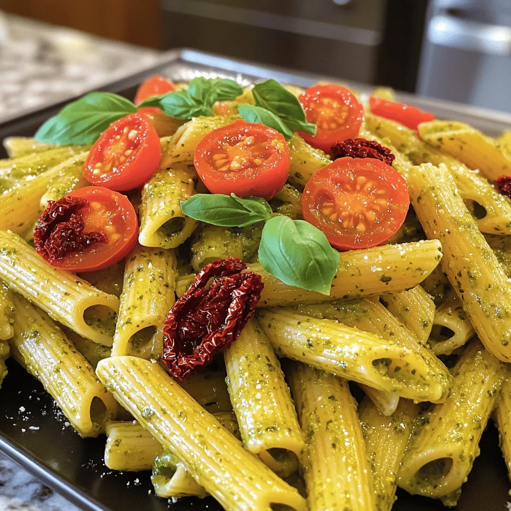Für ein tolles Gericht brauchst du: - 250 g Pasta (z.B. Penne oder Spaghetti) - 150 g sonnengetrocknete Tomaten in Öl, abgetropft - 50 g frische Basilikumblätter - 30 g geriebener Parmesan (oder Hefeflocken für die vegane Option) - 1 Zehe Knoblauch - 50 g Pinienkerne (oder Walnüsse) - 100 ml Olivenöl - Salz und Pfeffer nach Geschmack Diese Zutaten machen das Pesto reichhaltig und lecker. Die sonnengetrockneten Tomaten geben einen tollen Geschmack. Frischer Basilikum sorgt für Frische. Für die Garnitur empfehle ich: - Kirschtomaten, halbiert - Zusätzliche Basilikumblätter Diese Zutaten bringen Farbe und Geschmack. Sie machen dein Gericht noch ansprechender. Wähle frische und hochwertige Zutaten. Achte bei den sonnengetrockneten Tomaten auf die Qualität. Tomaten in Öl sind oft geschmackvoller. Frischer Basilikum sollte grün und knackig sein. Bei Parmesan, greife zu einem guten Stück. Das macht den Unterschied. Frische Kirschtomaten verleihen dem Gericht einen süßen Biss. Wenn du Nüsse wählst, probiere Pinienkerne oder Walnüsse. Sie geben dem Pesto eine nussige Note. Das sind die Hauptzutaten für die perfekte Sonnengetrocknete Tomaten-Pesto-Pasta. Wenn du mehr Details suchst, schau dir das vollständige Rezept an: [Full Recipe]. Zuerst bringst du in einem großen Topf reichlich Salzwasser zum Kochen. Wenn das Wasser sprudelt, gib die Pasta hinein. Ich empfehle Penne oder Spaghetti, da sie gut mit dem Pesto haften. Koche die Pasta nach den Anweisungen auf der Verpackung. Achte darauf, dass sie al dente bleibt. Das bedeutet, sie sollte noch einen kleinen Biss haben. Bevor du das Wasser abgießt, hebe etwa 240 ml (1 Tasse) vom Pastawasser auf. Dieses Wasser hilft dir später, das Pesto zu verdünnen, falls es zu dick ist. Nach dem Abgießen stell die Pasta beiseite. Jetzt ist es Zeit, das Pesto zuzubereiten. Nimm eine Küchenmaschine und füge die sonnengetrockneten Tomaten, frischen Basilikum, Parmesan, Knoblauch und Pinienkerne hinzu. Mixe die Mischung, bis alles fein gehackt ist. Während die Maschine läuft, gieße langsam das Olivenöl dazu. Dies hilft, eine glatte Paste zu formen. Wenn du das Gefühl hast, das Pesto ist zu dick, füge einfach etwas von dem aufbewahrten Pastawasser hinzu. So bekommst du die perfekte Konsistenz. In einer großen Schüssel vermischst du die gekochte Pasta mit dem Sonnengetrocknete Tomaten-Pesto. Achte darauf, dass die Pasta gleichmäßig mit dem Pesto bedeckt ist. Das macht jeden Bissen lecker. Jetzt schmecke die Mischung ab. Füge nach Belieben Salz und Pfeffer hinzu. Wenn du eine cremigere Textur möchtest, kannst du nach Bedarf einen Esslöffel vom Pastawasser hinzufügen. Du wirst schnell merken, wie das Pesto die Pasta verwandelt. Jetzt ist dein Gericht fast fertig. Du kannst es in Schalen anrichten oder auf einer großen Platte servieren. Garniere die Pasta mit halbierten Kirschtomaten und frischen Basilikumblättern. So sieht das Essen nicht nur toll aus, sondern schmeckt auch frisch und lecker. Um das beste Pesto zu machen, benutze frische Zutaten. Die sonnengetrockneten Tomaten sind der Star. Wähle solche in gutem Öl. Das gibt mehr Geschmack. Die Basilikumblätter sollten frisch und grün sein. So kommt der gute Duft durch. Mixe die Zutaten gut. Achte darauf, das Olivenöl langsam hinzuzufügen. So wird das Pesto schön cremig. Wenn es zu dick ist, gib etwas Pastawasser dazu. Du kannst das Rezept leicht anpassen. Wenn du Nüsse nicht magst, nimm Sonnenblumenkerne oder Erdnüsse. Für mehr Frische füge Zitronensaft hinzu. Das gibt einen tollen Geschmack. Wenn du es schärfer magst, fügen etwas rote Paprika hinzu. Du kannst auch Feta oder Ricotta für mehr Cremigkeit einmischen. Die Präsentation macht viel aus. Lege die Pasta in eine große Schüssel oder auf einen Teller. Garniere sie mit halbierten Kirschtomaten. Streue frische Basilikumblätter darüber. Ein Spritzer Olivenöl oben drauf macht es noch besser. Wenn du magst, streue etwas geriebenen Parmesan oder Hefeflocken darüber. So sieht das Gericht einladend aus und schmeckt noch besser. Für das vollständige Rezept schau dir die [Full Recipe] an. {{image_4}} Wenn du eine vegane Version machen möchtest, ersetze den Parmesan mit Hefeflocken. Sie geben einen tollen Geschmack. Auch die Pinienkerne kannst du durch Sonnenblumenkerne ersetzen. Diese sind oft günstiger und lecker. Achte darauf, dass das Olivenöl von guter Qualität ist. Das verbessert den Geschmack des Pestos. Saisonales Gemüse macht dein Gericht noch besser. Zum Beispiel, füge frische Zucchini oder Spinat hinzu. Diese Gemüse sind oft günstiger und geschmackvoller. Du kannst sie einfach in die Pasta geben, während sie kocht. So erhältst du mehr Vitamine und Farben auf dem Teller. Wenn du keine Nüsse magst, gibt es viele Alternativen. Du kannst auch Haferflocken oder zerstoßene Kichererbsen verwenden. Diese machen das Pesto ebenfalls cremig. Achte jedoch darauf, die Menge anzupassen. Wenn du ein nussfreies Pesto machst, bleibt der Geschmack trotzdem stark und lecker. Für das komplette Rezept schaue dir die [Full Recipe] an. Um Reste von Sonnengetrockneter Tomaten-Pesto-Pasta aufzubewahren, lasse die Pasta zuerst auf Raumtemperatur abkühlen. Danach fülle sie in einen luftdichten Behälter. Achte darauf, dass der Behälter gut verschlossen ist, um Feuchtigkeit zu vermeiden. Du kannst die Pasta bis zu drei Tage im Kühlschrank aufbewahren. Wenn du größere Portionen machst, kannst du auch einzelne Portionen einfrieren. Das vereinfacht das spätere Aufwärmen. Beim Wiedererwärmen der Pasta gibt es einige einfache Tipps. Du kannst die Reste in einer Pfanne bei mittlerer Hitze aufwärmen. Füge einen Schuss Wasser oder etwas Olivenöl hinzu, um die Pasta geschmeidig zu halten. Du kannst auch die Mikrowelle nutzen. Stelle die Pasta in eine mikrowellengeeignete Schüssel und bedecke sie mit einem feuchten Tuch. Erhitze sie in Intervallen von 30 Sekunden, bis sie warm ist. Achte darauf, die Pasta nicht zu lange zu erhitzen, damit sie nicht austrocknet. Die Haltbarkeit der Sonnengetrockneter Tomaten-Pesto-Pasta hängt von der Lagerung ab. Im Kühlschrank bleibt sie bis zu drei Tage frisch. Im Gefrierfach kannst du die Pasta bis zu drei Monate aufbewahren. Achte darauf, die Pasta gut zu verpacken, um Gefrierbrand zu vermeiden. Wenn du die Pasta aufwärmst, überprüfe immer den Geruch und das Aussehen, bevor du sie isst. So stellst du sicher, dass sie noch gut ist. Die Pasta braucht etwa 10 bis 12 Minuten, um al dente zu werden. Die genaue Zeit hängt von der Sorte ab. Achte darauf, die Anweisungen auf der Verpackung zu befolgen. Das Kochen dauert nicht lange, und du kannst die Zeit nutzen, um das Pesto zuzubereiten. Ja, du kannst frische Tomaten verwenden. Sie geben einen anderen Geschmack. Frische Tomaten sind saftiger und weniger konzentriert. Du musst sie jedoch zuerst blanchieren und schälen. Dies kann die Zubereitungszeit verlängern. Ich empfehle, die sonnengetrockneten Tomaten zu probieren, da sie intensiver schmecken. Ja, du kannst die Pasta und das Pesto im Voraus machen. Koche die Pasta und lasse sie abkühlen. Bewahre sie in einem luftdichten Behälter auf. Das Pesto kann ebenfalls im Kühlschrank gelagert werden. Mische alles kurz vor dem Servieren. So sparst du Zeit, wenn Gäste kommen oder du wenig Zeit hast. In diesem Blogbeitrag habe ich die Hauptzutaten für die Sonnengetrocknete Tomaten-Pesto-Pasta besprochen. Ich habe gezeigt, wie man sie richtig zubereitet und dargeboten. Zudem gab ich Tipps zur Auswahl der besten Zutaten und der perfekten Konsistenz des Pestos. Mit ein wenig Kreativität kannst du das Rezept anpassen. Vergiss nicht, Reste gut aufzubewahren. So bleibt der Geschmack frisch. Probiere verschiedene Variationen aus. Das macht das Kochen spannend und lecker!