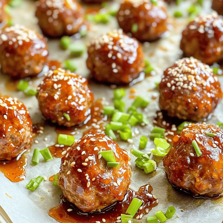 - 450 g Rinderhackfleisch oder Putenhackfleisch - 60 ml Semmelbrösel - 60 ml geriebener Parmesan - 1 Ei - 2 Knoblauchzehen, fein gehackt - 1 Esslöffel frischer Ingwer, gerieben Die Hauptzutaten sind die Basis für die Fleischbällchen. Rinder- oder Putenhackfleisch geben den Fleischbällchen ihre Hauptstruktur. Semmelbrösel und Parmesan sorgen für eine gute Bindung und einen tollen Geschmack. Knoblauch und Ingwer fügen eine würzige Note hinzu und machen das Gericht lebendig. - 1 Teelöffel Salz - 1/2 Teelöffel schwarzer Pfeffer - 1 Teelöffel Sesamöl - 60 ml Honig - 60 ml Sriracha-Soße - 1 Esslöffel Sojasoße - 1 Esslöffel Reisessig Die Gewürze und Saucen sind das Herzstück des Geschmacks. Salz und Pfeffer bringen die Aromen zur Geltung. Sesamöl gibt einen nussigen Geschmack. Honig und Sriracha-Soße sorgen für eine süß-scharfe Kombination, die die Fleischbällchen besonders macht. Sojasoße und Reisessig fügen Tiefe und Umami hinzu. - Sesamsamen - Gehackte Frühlingszwiebeln Die Garnierungen bieten nicht nur Farbe, sondern auch Textur. Sesamsamen fügen einen Crunch hinzu und bringen eine nussige Note. Gehackte Frühlingszwiebeln geben einen frischen, würzigen Geschmack. Diese kleinen Details machen das Gericht ansprechend und lecker. Für das vollständige Rezept besuche den Abschnitt "Full Recipe". - Ofen vorheizen: Heize deinen Ofen auf 200°C vor. - Zutaten bereitstellen: Lege alle Zutaten bereit, um den Prozess zu erleichtern. - Mischen der Zutaten: In einer großen Schüssel vermische das Rinderhackfleisch, die Semmelbrösel, den Parmesan, das Ei, die gehackten Knoblauchzehen, den geriebenen Ingwer, das Salz, den schwarzen Pfeffer und das Sesamöl. Rühre alles gut durch, bis die Masse gleichmäßig ist. - Formen der Fleischbällchen: Nutze deine Hände, um gleichmäßige Bällchen von etwa 4 cm Durchmesser zu formen. Lege sie auf ein Backblech mit Backpapier. Achte darauf, dass sie genug Platz haben. - Vorbereitung der Honig-Sriracha-Soße: In einem kleinen Topf vermische den Honig, die Sriracha-Soße, die Sojasoße und den Reisessig. Koche die Mischung bei mittlerer Hitze, bis sie gut verrührt und leicht dick ist. Das dauert etwa 3-5 Minuten. - Fleischbällchen backen und glasieren: Bestreiche die Fleischbällchen mit der Hälfte der Honig-Sriracha-Soße. Backe sie dann im vorgeheizten Ofen für 20 Minuten, bis sie goldbraun sind. Nimm sie dann heraus und gieße die restliche Soße darüber. Schwenke die Bällchen vorsichtig, damit sie gleichmäßig bedeckt sind. Für das vollständige Rezept schau dir die [Full Recipe] an. Um den besten Geschmack zu erzielen, finde die Balance zwischen süß und scharf. Honig bringt Süße, während Sriracha die Schärfe liefert. Beginne mit weniger Sriracha und füge mehr hinzu, bis du die richtige Schärfe findest. Verwende immer frische Zutaten für ein besseres Aroma. Frischer Knoblauch und Ingwer geben deinen Fleischbällchen einen tollen Kick. Achte darauf, die Zutaten gut zu vermischen, damit jeder Biss lecker ist. Es gibt viele Möglichkeiten, diese Fleischbällchen zuzubereiten. Du kannst sie im Ofen backen, aber auch braten oder grillen. Beim Braten erhältst du eine schöne, knusprige Außenhaut. Beim Grillen bekommst du einen rauchigen Geschmack. Achte darauf, die Temperatur während des Kochens zu kontrollieren. Bei 200°C im Ofen sind die Fleischbällchen goldbraun und gut durchgegart. Nutze ein Fleischthermometer, um sicherzustellen, dass sie 75°C erreicht haben. Diese Fleischbällchen passen gut zu vielen Beilagen. Serviere sie mit Reis, Gemüse oder sogar in einem Burger-Brötchen. Du kannst sie auch toll als Fingerfood anbieten. Stelle einen schönen Dip dazu, um den Genuss zu steigern. Garniere die Fleischbällchen mit Sesamsamen und Frühlingszwiebeln. So sehen sie nicht nur gut aus, sondern schmecken auch fantastisch. Wenn du mehr über das Rezept erfahren möchtest, sieh dir das [Full Recipe] an. {{image_4}} Für eine vegetarische oder vegane Version der Honig Sriracha Fleischbällchen kann man einfach das Hackfleisch ersetzen. Eine gute Wahl ist eine Mischung aus Kichererbsen, Linsen oder Tofu. Diese Optionen bieten eine tolle Konsistenz und Geschmack. Bei der Sauce kann man auch anpassen. Verwende Agavendicksaft oder Ahornsirup anstelle von Honig. Für die Sriracha-Soße achte darauf, eine vegane Variante zu wählen. Viele Marken bieten diese an. Wenn du es gerne scharf magst, füge zusätzliche Gewürze hinzu. Paprika, Cayennepfeffer oder sogar frischer Chili geben den Fleischbällchen einen tollen Kick. Du kannst auch mit verschiedenen Sriracha-Sorten experimentieren. Einige Marken bieten mildere oder schärfere Versionen an. So findest du die perfekte Balance für deinen Geschmack. Die Honig Sriracha Fleischbällchen passen gut zu verschiedenen Beilagen. Reis, Nudeln oder ein frischer Salat sind tolle Optionen. Für Dips und Saucen empfehle ich eine cremige Erdnusssauce oder ein einfaches Joghurt-Dressing. Diese Beilagen machen dein Essen noch leckerer. Für das vollständige Rezept, schau dir den Abschnitt "Full Recipe" an. Um die Honig Sriracha Fleischbällchen frisch zu halten, lege sie in einen luftdichten Behälter. Stelle den Behälter in den Kühlschrank. So bleiben die Fleischbällchen bis zu drei Tage gut. Wenn du sie länger aufbewahren möchtest, friere sie ein. Achte darauf, sie in einem gefrierfesten Beutel zu lagern. So sind sie bis zu drei Monate haltbar. Um die Fleischbällchen wieder zu erwärmen, nutze den Ofen oder die Mikrowelle. Im Ofen heize ihn auf 180°C vor. Lege die Fleischbällchen auf ein Backblech und erwärme sie 15 Minuten lang. In der Mikrowelle erwärmst du sie in Intervallen von 30 Sekunden. So bleiben sie saftig. Achte darauf, sie nicht zu lange zu erhitzen. Das verhindert Trockenheit. Die Fleischbällchen sind im Kühlschrank bis zu drei Tage haltbar. Wenn du sie im Gefrierfach lagerst, bleiben sie bis zu drei Monate gut. Achte auf Anzeichen für Verderblichkeit. Wenn die Fleischbällchen unangenehm riechen oder eine veränderte Farbe haben, entsorge sie. So bleibst du auf der sicheren Seite. Um die Fleischbällchen saftiger zu machen, füge zusätzliche Feuchtigkeit hinzu. Ein guter Tipp ist, etwas Milch oder Brühe in die Mischung zu geben. Das hilft, die Bällchen zart zu halten. Auch das Hinzufügen von mehr Parmesan kann helfen, weil er Fett enthält. Verwende frische Zutaten. Sie geben mehr Geschmack und Feuchtigkeit. Du kannst auch die Bällchen nicht zu lange backen. Überprüfe sie regelmäßig, um sicherzustellen, dass sie nicht trocken werden. Ja, du kannst die Sriracha-Soße nach deinem Geschmack anpassen. Wenn du es weniger scharf magst, füge weniger Sriracha hinzu. Du kannst auch Honig hinzufügen, um die Süße zu erhöhen. Wenn du mehr Tiefe möchtest, probiere Sojasoße oder Limettensaft. Diese Zutaten bringen neue Aromen. Experimentiere ruhig mit verschiedenen Zutaten, um die perfekte Mischung für dich zu finden. Es gibt viele Möglichkeiten, die Soße zu personalisieren. Zu Honig-Sriracha-Fleischbällchen passen viele Getränke. Ein kühles Bier ist eine gute Wahl. Es hilft, die Schärfe zu balancieren. Auch ein spritziger Weißwein passt gut. Erfrischende Cocktails mit Limette oder Minze sind ebenfalls lecker. Wenn du etwas Non-Alkoholfreies möchtest, versuche Limonade oder Eistee. Diese Getränke machen das Essen noch besser. Achte darauf, was dir am besten schmeckt! In diesem Artikel haben wir die besten Zutaten und Schritte für köstliche Honig-Sriracha-Fleischbällchen besprochen. Du hast gelernt, wie man die Hauptzutaten auswählt, die perfekte Sauce zubereitet und das Gericht optimal präsentiert. Denke daran, frische Zutaten sind der Schlüssel zum Erfolg. Variiere die Rezepte nach deinen Wünschen und experimentiere mit Beilagen und Gewürzen. Mit diesen Tipps zaubert ihr ein Gericht, das deine Familie begeistert. Immer frisch und lecker – so macht Kochen Spaß!