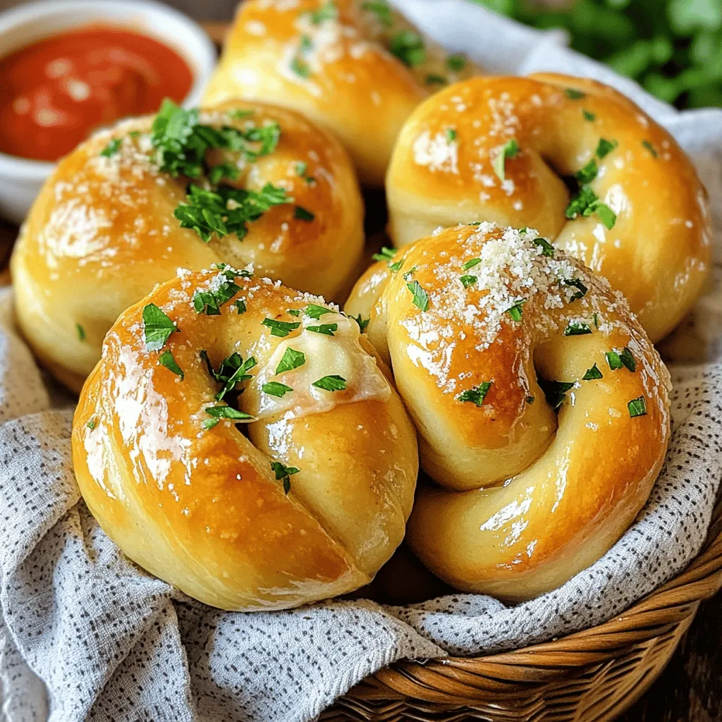 Die Hauptzutaten machen die Knoblauch-Knoten so lecker. Du brauchst: - 2 Tassen Allzweckmehl - 2 Teelöffel Instanthefe - 1 Teelöffel Zucker - 1 Teelöffel Salz - 3/4 Tasse warmes Wasser (ca. 43°C) - 2 Esslöffel Olivenöl - 4 Esslöffel ungesalzene Butter, geschmolzen - 4 Knoblauchzehen, fein gehackt - 2 Esslöffel frische Petersilie, gehackt - 1/2 Teelöffel zerstoßene rote Paprikaflocken (optional) - Geriebener Parmesan zum Bestreuen Diese Zutaten sorgen für einen tollen Geschmack und eine schöne Textur. Wenn du kein Allzweckmehl hast, kannst du auch andere Mehle verwenden. Vollkornmehl gibt den Knoten einen nussigen Geschmack. Du kannst auch Glutenfreies Mehl nutzen, wenn du Gluten meiden musst. Achte darauf, die Menge leicht anzupassen. Manchmal brauchst du mehr Flüssigkeit. Frische Kräuter und Gewürze machen den Unterschied. Der Knoblauch bringt den vollen Geschmack. Petersilie sorgt für Frische und Farbe. Wenn du die roten Paprikaflocken hinzufügst, erhältst du einen kleinen Kick. Du kannst auch andere Kräuter wie Oregano oder Thymian verwenden. Sie geben den Knoten eine ganz neue Note. Um deinen Teig perfekt zuzubereiten, vermische zuerst die trockenen Zutaten. Nimm eine große Schüssel und gib das Mehl, die Instanthefe, den Zucker und das Salz hinein. Mische alles gut. Jetzt kommt das warme Wasser dazu, zusammen mit dem Olivenöl. Rühre, bis ein grober Teig entsteht. Lege den Teig auf eine leicht bemehlte Fläche. Knete den Teig etwa 5 bis 7 Minuten lang. Er sollte glatt und elastisch sein. Nun ist es Zeit, den Teig gehen zu lassen. Lege ihn in eine leicht geölte Schüssel und decke ihn mit einem Küchentuch ab. Lass ihn an einem warmen Ort für etwa eine Stunde gehen. Der Teig sollte sich in dieser Zeit verdoppeln. Sobald der Teig aufgegangen ist, drücke ihn leicht nieder. Lege ihn auf eine bemehlte Fläche. Teile den Teig in 8 gleich große Stücke. Nimm ein Stück und rolle es zu einem etwa 25 cm langen Strang. Binde den Strang zu einem Knoten. Wiederhole dies mit den anderen Stücken. Lege die Knoten auf ein mit Backpapier ausgelegtes Backblech. Bereite nun die Knoblauchbutter vor. Mische die geschmolzene Butter, den fein gehackten Knoblauch, die gehackte Petersilie und die roten Paprikaflocken in einer kleinen Schüssel. Pinsle diese Mischung großzügig über die Knoten. Heize deinen Ofen auf 190°C vor. Die Knoten backen nun für etwa 15 bis 20 Minuten. Sie sind fertig, wenn sie goldbraun sind. Sobald du die Knoten aus dem Ofen nimmst, streue sofort den geriebenen Parmesan darüber. Genieße die warmen Knoblauch-Knoten, ideal zum Teilen oder für einen Snack. Du kannst die Knoten auch mit Marinara-Sauce servieren. Für das vollständige Rezept und mehr Details schaue dir die Anleitung an. Um perfekte Knoten zu machen, ist die Teigknetung sehr wichtig. Knete den Teig etwa 5-7 Minuten. Er sollte glatt und elastisch sein. Wenn der Teig klebrig ist, füge etwas mehr Mehl hinzu. Achte darauf, dass du ihn nicht zu lange knetest, sonst wird er hart. Lass den Teig dann an einem warmen Ort ruhen. So kann er schön aufgehen. Du kannst die Knoblauch-Knoten leicht anpassen. Füge für mehr Geschmack Käse hinzu. Verwende Mozzarella oder Parmesan. Du kannst auch frische Kräuter wie Oregano oder Basilikum verwenden. Ein Spritzer Zitronensaft gibt eine frische Note. Wenn du es scharf magst, probiere rote Paprikaflocken. Diese Ideen machen die Knoten noch leckerer. Manchmal passieren Fehler beim Backen. Wenn die Knoten nicht aufgehen, kann die Hefe alt sein. Überprüfe das Haltbarkeitsdatum. Ist der Teig zu trocken? Füge etwas Wasser hinzu. Wenn die Knoten zu hart sind, hast du vielleicht zu viel Mehl verwendet. Achte darauf, die richtige Menge zu messen. Wenn du diese Tipps befolgst, gelingen dir tolle Knoblauch-Knoten. Für das vollständige Rezept schau dir die Full Recipe an. {{image_4}} Käsegefüllte Knoblauch-Knoten sind eine tolle Idee. Ich benutze gerne Mozzarella oder Ricotta. Um sie zu füllen, forme zuerst den Teig. Dann mache eine kleine Mulde in der Mitte. Fülle die Mulde mit Käse und forme den Knoten. Beim Backen schmilzt der Käse und macht die Knoten noch köstlicher. Du kannst auch Gemüse in die Knoten einarbeiten. Ich empfehle klein geschnittene Paprika oder Spinat. Mische das Gemüse mit dem Knoblauch und der Butter. Das gibt den Knoten einen frischen Geschmack. Es macht sie bunt und gesund. Für eine süßliche Note verwandle die Knoten mit Pesto. Statt der Knoblauchbutter benutze Pesto. Das gibt den Knoten einen tollen, aromatischen Geschmack. Du kannst auch etwas Feta-Käse darüber streuen. Diese Variante wird deine Gäste beeindrucken. Für das vollständige Rezept, schau dir die Anleitung für die Knoblauch-Knoten an. Wenn du Knoblauch-Knoten übrig hast, lass sie zuerst abkühlen. Danach lege die Knoten in einen luftdichten Behälter. So bleiben sie frisch und lecker. Bewahre sie bei Raumtemperatur auf, wenn du sie innerhalb von zwei Tagen isst. Das verhindert, dass sie zu weich werden. Um die Knoten länger zu lagern, friere sie ein. Wickel die abgekühlten Knoten in Frischhaltefolie. Danach lege sie in einen Gefrierbeutel. So bleiben sie bis zu drei Monate frisch. Zum Wiederaufwärmen, tau die Knoten über Nacht im Kühlschrank auf. Heize dann den Ofen auf 180°C vor. Backe sie für etwa 10 Minuten, bis sie warm sind. Wenn du die Knoten im Kühlschrank aufbewahrst, bleiben sie etwa fünf Tage frisch. Achte darauf, sie in einem luftdichten Behälter zu lagern. So trocknen sie nicht aus. Vor dem Servieren kannst du sie kurz aufwärmen, um den Geschmack zurückzubringen. Wenn du die Knoblauch-Knoten nach dem Full Recipe zubereitet hast, wirst du sicher viele leckere Variationen ausprobieren wollen. Um fluffige Knoten zu bekommen, ist es wichtig, die Hefe richtig zu aktivieren. Stelle sicher, dass das Wasser warm, aber nicht zu heiß ist. Eine Temperatur von etwa 43°C ist ideal. Lass den Teig genug Zeit zum Gehen. Wenn er sich verdoppelt hat, hat er genug Luft bekommen. Knete den Teig gut, damit sich das Gluten bildet. Das gibt den Knoten ihre tolle Textur. Ja, du kannst die Knoten im Voraus zubereiten. Bereite den Teig einfach am Morgen oder am Vortag zu, lasse ihn jedoch im Kühlschrank gehen. Dies verlangsamt den Prozess, sorgt aber für mehr Geschmack. Du kannst die Knoten dann formen und backen, wenn du bereit bist. So hast du frische Knoten, wann immer du willst. Dieses Rezept ergibt acht köstliche Knoten. Du kannst die Menge leicht verdoppeln, wenn du mehr brauchst. Die Knoblauch-Knoten sind perfekt für Partys oder als Beilage. Sie sind einfach zu teilen und immer beliebt. Wenn du mehr Knoten machst, denke daran, Backbleche oder Töpfe entsprechend zu planen. Knoblauch-Knoten sind einfach zuzubereiten und lecker. Wir haben die wichtigsten Zutaten betrachtet, wie frische Kräuter und Gewürze. Die Schritt-für-Schritt-Anleitung zeigt, wie man den Teig macht und die Knoten formt. Tipps helfen, perfekte Knoten zu entwickeln und häufige Fehler zu vermeiden. Variationen, wie Käsefüllung oder vegetarische Optionen, bieten einige spannende Ideen. Die Lagerungshinweise sorgen dafür, dass deine Knoten frisch bleiben. Probiere verschiedene Möglichkeiten aus und genieße deine eigenen, leckeren Knoblauch-Knoten!