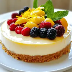 - 1 ½ Tassen Grahamcracker-Brösel - 2 Tassen Frischkäse, weich - 1 Tasse Puderzucker - 1/3 Tasse frischer Zitronensaft - Zeste von 2 Zitronen Die Hauptzutaten sind der Schlüssel zu einem leckeren No-Bake Lemon Cheesecake. Grahamcracker-Brösel geben der Kruste einen tollen Geschmack. Frischkäse sorgt für die cremige Füllung. Puderzucker macht alles süß, während Zitronensaft und Zeste eine frische Note bringen. - ½ Tasse ungesalzene Butter, geschmolzen - 1 Teelöffel Vanilleextrakt - 1 Tasse Schlagsahne Die geschmolzene Butter hilft, die Kruste zusammenzuhalten. Vanilleextrakt fügt ein schönes Aroma hinzu. Schlagsahne macht die Füllung leicht und luftig. Diese Zutaten ergänzen die Hauptzutaten perfekt. - Frische Beeren - Minzblätter Frische Beeren und Minzblätter sind tolle Optionen für die Garnitur. Sie bringen Farbe und Frische auf den Tisch. Beeren passen gut zum Zitronengeschmack. Minze sorgt für einen zusätzlichen Frischekick. Für das vollständige Rezept schau in die [Full Recipe]. Um die Kruste zu machen, mische zuerst die Grahamcracker-Brösel mit der geschmolzenen Butter. Rühre alles gut, bis die Brösel gleichmäßig feucht sind. Dann drücke diese Mischung fest in den Boden einer 9-Zoll Springform. Achte darauf, dass sie gleichmäßig verteilt ist. Stelle die Form in den Kühlschrank, während du die Füllung vorbereitest. Für die Füllung schlage den Frischkäse in einer großen Schüssel cremig. Verwende einen elektrischen Mixer für die beste Konsistenz. Füge dann den Puderzucker langsam hinzu und rühre weiter, bis alles gut vermischt ist. Jetzt kommt der frische Zitronensaft, die Zitronenzeste und der Vanilleextrakt dazu. Rühre alles gut, bis die Mischung glatt ist. Schlage die Sahne in einer separaten Schüssel steif. Achte darauf, dass sich feste Spitzen bilden. Das macht die Füllung leicht und luftig. Heben dann vorsichtig die geschlagene Sahne unter die Frischkäsemischung. Stelle sicher, dass keine weißen Streifen mehr sichtbar sind. Gieße die Füllung über die gekühlte Kruste und streiche die Oberfläche glatt. Decke den Kuchen mit Frischhaltefolie ab und stelle ihn mindestens 4 Stunden in den Kühlschrank, besser über Nacht. Um die perfekte Konsistenz für deinen No-Bake Lemon Cheesecake zu erreichen, achte darauf, die Schlagsahne richtig einzuschlagen. Schlage die Sahne, bis sich feste Spitzen bilden. Das gibt deinem Käsekuchen eine leichte und luftige Textur. Wenn du die Sahne unter die Frischkäsemischung hebst, sei sanft. Verwende einen Spatel und hebe die Mischung vorsichtig, bis keine weißen Streifen mehr sichtbar sind. Ein weiterer wichtiger Punkt ist die Vermeidung von Klumpen im Frischkäse. Sorge dafür, dass der Frischkäse weich ist, bevor du ihn mit dem Mixer schlägst. So vermeidest du Klumpen und erhältst eine glatte Füllung. Die Präsentation macht viel aus! Arrangiere frische Beeren und Minzblätter auf deinem Käsekuchen für einen schönen Look. Platziere die Beeren in der Mitte oder am Rand des Kuchens. Dies zieht die Blicke an und macht den Kuchen noch verlockender. Die Wahl des Serviergeschirrs kann ebenfalls einen großen Unterschied machen. Verwende eine schöne Tortenplatte oder kleine Dessertschalen. Das macht das Servieren noch besonderer. Ein häufiger Fehler ist die Verwendung von zu viel Zitronensaft. Es kann den Kuchen zu sauer machen. Halte dich an die Menge im Rezept, um den perfekten Balance zwischen Süße und Säure zu erreichen. Ein weiterer Fehler ist, den Käsekuchen nicht lange genug zu kühlen. Lasse ihn mindestens vier Stunden im Kühlschrank, besser über Nacht. So festigt sich die Füllung gut und der Kuchen hat die richtige Konsistenz. {{image_4}} Du kannst deinen No-Bake Lemon Cheesecake leicht anpassen. Himbeeren oder Erdbeeren sind tolle Zusätze. Einfach die Früchte pürieren und unter die Füllung rühren. Das gibt deinem Käsekuchen eine fruchtige Note. Chocolade ist auch eine spannende Wahl. Schmelze etwas Schokolade und mische sie in die Füllung. Du kannst auch Karamell hinzufügen. Es macht den Kuchen süß und reichhaltig. Experimentiere mit diesen Geschmäckern, um deine eigene Version zu kreieren. Du brauchst keine Sorgen zu haben, wenn du glutenfrei bist. Verwende einfach glutenfreie Kekse für die Kruste. Sie funktionieren genauso gut wie die normalen. Wenn du auf Milchprodukte verzichtest, gibt es pflanzliche Alternativen. Veganer Frischkäse aus Nüssen oder Soja ist eine gute Wahl. Kombiniere ihn mit pflanzlicher Sahne. So bleibt der Käsekuchen cremig und lecker. Mini-Versionen sind perfekt für kleine Portionen. Nutze Muffin-Formen, um individuelle Käsekuchen zu machen. Fülle jede Form mit der Füllung und kühle sie. Die Kühlzeit ist wichtig. Mini-Käsekuchen brauchen weniger Zeit, etwa zwei bis drei Stunden. Sie sind eine tolle Idee für Partys oder Snacks. Probiere diese Variationen aus, um deine Gäste zu beeindrucken. Du findest das vollständige Rezept hier: [Full Recipe]. Bewahre den No-Bake Lemon Cheesecake im Kühlschrank auf. Decke ihn gut ab, um ihn frisch zu halten. Ein Stück Frischhaltefolie oder ein luftdichter Behälter funktioniert gut. So bleibt er für bis zu fünf Tage lecker. Du kannst ihn auch lange genießen, wenn du ihn richtig lagerst. Einfrieren kann eine gute Methode sein, wenn du den Käsekuchen länger aufbewahren möchtest. Teile ihn in Stücke, bevor du ihn einfrierst. Wickel jedes Stück in Frischhaltefolie und lege es in einen Gefrierbeutel. So bleibt der Käsekuchen bis zu drei Monate frisch. Zum Auftauen legst du ihn einfach in den Kühlschrank, bis er weich ist. Das dauert einige Stunden. Um den vollen Geschmack zu bewahren, achte auf die Verpackung. Verwende luftdichte Behälter oder mehrere Schichten Folie. Dadurch bleibt der Käsekuchen aromatisch und lecker. Vermeide den Kontakt mit anderen starken Gerüchen im Kühlschrank. So bleibst du sicher, dass der frische Zitronengeschmack nicht verloren geht. Um eine No-Bake Lemon Cheesecake zu machen, befolge diese Schritte: 1. Kruste vorbereiten: Mische die Grahamcracker-Brösel mit geschmolzener Butter in einer Schüssel. 2. Kruste formen: Drücke die Mischung in eine Springform. Stelle sie in den Kühlschrank. 3. Frischkäsefüllung zubereiten: Schlage den Frischkäse glatt. Füge Puderzucker nach und nach hinzu. 4. Aromen hinzufügen: Rühre frischen Zitronensaft, Zitronenzeste und Vanille unter. 5. Sahne schlagen: Schlage die Sahne, bis sie steif ist. Sie macht die Füllung leicht. 6. Kombinieren: Hebe die Sahne vorsichtig unter die Frischkäsemischung. 7. Kruste füllen: Gieße die Füllung in die gekühlte Kruste. Glätte die Oberfläche. 8. Kühlen: Decke den Käsekuchen ab und lasse ihn mindestens 4 Stunden kühlen. 9. Servieren: Löse den Käsekuchen aus der Form. Schneide ihn in Stücke und genieße ihn. Ein No-Bake Lemon Cheesecake hält sich im Kühlschrank etwa 3 bis 5 Tage. Du solltest ihn in einer luftdichten Box aufbewahren. So bleibt er frisch und lecker. Wenn du ihn länger aufbewahren möchtest, kannst du ihn einfrieren. Achte darauf, ihn gut einzupacken, um Gefrierbrand zu vermeiden. Ja, du kannst die Füllung anpassen! Hier sind einige Ideen: - Fruchtige Varianten: Füge pürierte Himbeeren oder Erdbeeren hinzu. Das gibt der Füllung eine schöne Farbe. - Schokoladige Note: Mische etwas geschmolzene Schokolade unter die Füllung. Das macht sie reichhaltiger. - Karamellgeschmack: Gebe etwas Karamellsauce für eine süße Note hinzu. - Vegane Option: Verwende pflanzlichen Frischkäse und Kokosmilch für die Füllung. Für mehr Details schaue dir das Full Recipe an. Zusammenfassend haben wir die Zutaten und Schritte für einen köstlichen No-Bake Lemon Cheesecake besprochen. Du hast gelernt, wie man die perfekte Kruste und cremige Füllung zubereitet. Tipps helfen dir, Fehler zu vermeiden und die Präsentation zu verbessern. Variationen und Lagerungshinweise geben dir noch mehr Optionen. Der No-Bake Lemon Cheesecake ist einfach und lecker, ideal für jeden Anlass. Jetzt bist du bereit, dein eigenes Rezept auszuprobieren und zu glänzen!