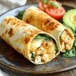 Für die Schnelle Käse-Knoblauch-Hühnchen-Wraps braucht man frische und einfache Zutaten. Diese machen das Gericht lecker und schnell. - Hähnchenbrustfilets und Gewürze: Wir verwenden zwei Hähnchenbrustfilets. Diese sollten ohne Haut und Knochen sein. Würze das Hähnchen mit Knoblauchpulver, Zwiebelpulver, Paprikapulver, Salz und Pfeffer. Diese Gewürze geben dem Hähnchen einen tollen Geschmack. - Käsearten und Frischkäse: Für cremigen Geschmack nehmen wir eine Tasse geriebenen Mozzarella-Käse. Füge auch eine halbe Tasse weichen Frischkäse hinzu. Diese Käsesorten schmelzen gut und machen die Wraps besonders lecker. - Tortillas und frisches Gemüse: Du brauchst vier große Tortillas, entweder aus Weißmehl oder Vollkorn. Frische Spinatblätter sind auch wichtig. Sie bringen Farbe und Frische in die Wraps. Du kannst auch geschnittene Tomaten und Avocado für mehr Geschmack hinzufügen. Das vollständige Rezept findest du im Abschnitt "Vollständiges Rezept für Schnelle Käse-Knoblauch-Hühnchen-Wraps". Zuerst mischen wir die Gewürze. In einer Schüssel mischen Sie das gewürfelte Hähnchen mit: - 1 Teelöffel Knoblauchpulver - 1 Teelöffel Zwiebelpulver - 1 Teelöffel geräuchertem Paprikapulver - Salz und Pfeffer nach Geschmack Stellen Sie sicher, dass alles gut vermengt ist. Jetzt erhitzen Sie 1 Esslöffel Olivenöl in einer Pfanne bei mittlerer Hitze. Fügen Sie das gewürzte Hähnchen hinzu. Braten Sie es für 5-7 Minuten, bis es goldbraun und durchgegart ist. Rühren Sie gelegentlich um, damit es gleichmäßig bräunt. Sobald das Hähnchen fertig ist, senken Sie die Hitze. Jetzt kommt der Frischkäse. Fügen Sie 1/2 Tasse weichen Frischkäse hinzu und rühren Sie, bis er schmilzt. Dann streuen Sie 1 Tasse geriebenen Mozzarella gleichmäßig über die Hähnchenmischung. Decken Sie die Pfanne ab und lassen Sie es 2-3 Minuten garen, bis der Käse schön geschmolzen ist. Nun ist es Zeit, die Wraps zu machen! Legen Sie 4 große Tortillas auf eine saubere Fläche. Geben Sie eine großzügige Portion der Hähnchen-Käse-Mischung in die Mitte jeder Tortilla. Fügen Sie einige frische Spinatblätter und nach Wunsch geschnittene Tomaten oder Avocado hinzu. Klappen Sie die Seiten der Tortilla ein und rollen Sie sie fest von unten nach oben, um einen Wrap zu formen. Wenn Sie möchten, können Sie die Wraps mit einem Zahnstocher sichern. Für extra Knusprigkeit braten Sie die Wraps mit der Nahtseite nach unten in der Pfanne für 1-2 Minuten auf jeder Seite, bis sie goldbraun sind. Für das vollständige Rezept schauen Sie sich die Anleitung unter "Vollständiges Rezept für Schnelle Käse-Knoblauch-Hühnchen-Wraps" an. Um die besten Aromen zu erreichen, experimentiere mit verschiedenen Gewürzen. Probiere zum Beispiel italienische Kräuter oder einen Hauch von Chili für zusätzliche Schärfe. Eine vorbereitete Marinade kann den Geschmack intensivieren. Mische das Hähnchen bereits einige Stunden vorher mit deinen Lieblingsgewürzen. So zieht der Geschmack richtig ein. Die Präsentation macht viel aus. Halbiere die Wraps diagonal und lege sie auf einen schönen Teller. Das sieht ansprechend aus. Für einen extra Frischekick kannst du eine Seite Salsa oder Ranch-Dressing dazustellen. Diese Dips ergänzen die Aromen perfekt. Ein paar frische Kräuter obenauf machen das Gericht noch schöner. Für das vollständige Rezept, schau dir bitte die vollständige Anleitung an. {{image_4}} Für eine vegetarische Version der Wraps können Sie alternative Proteinquellen nutzen. Bohnen und Kichererbsen sind tolle Optionen. Sie liefern viel Eiweiß und sind einfach zuzubereiten. Anstelle von Hühnchen können Sie auch gegrilltes Gemüse verwenden. Zucchini, Paprika und Auberginen bieten viele Aromen. Einfach das Gemüse würzen und anbraten. Das ergibt eine köstliche Basis für Ihre Wraps. Um die Wraps mexikanisch zu gestalten, fügen Sie Salsa und Jalapeños hinzu. Diese Zutaten bringen eine schöne Schärfe und Frische. Salsa passt perfekt zu den Käse-Knoblauch-Aromen. Verwenden Sie Tortillas mit Geschmack, wie zum Beispiel Chili- oder Spinat-Tortillas. Dies verstärkt das mexikanische Flair. Sie können auch frische Korianderblätter für einen zusätzlichen Geschmackstouch verwenden. Für das vollständige Rezept besuchen Sie [Full Recipe]. Um die Wraps frisch zu halten, lege sie in einen luftdichten Behälter. Stelle sicher, dass die Wraps abgekühlt sind, bevor du sie lagerst. Im Kühlschrank bleiben sie bis zu drei Tage gut. Wenn du mehr Zeit brauchst, kannst du die Wraps auch einfrieren. Wickele jeden Wrap in Frischhaltefolie ein und lege sie in einen Gefrierbeutel. So bleiben sie bis zu drei Monate frisch. Es gibt einige gute Methoden, um die Wraps wieder warm zu machen. Du kannst sie in einer Pfanne bei mittlerer Hitze aufwärmen. Dies hilft, die Tortillas knusprig zu halten. Alternativ kannst du sie in der Mikrowelle erwärmen. Lege einen feuchten Papiertuch über die Wraps, um sie nicht trocken zu machen. Vermeide es, die Wraps zu lange zu erhitzen, da sie sonst weich werden. Halte die Aufwärmzeit kurz und genieße deine leckeren Wraps! Die zubereiteten Wraps halten sich im Kühlschrank etwa drei Tage. Bewahren Sie sie in einem luftdichten Behälter auf. So bleiben sie frisch und lecker. Wenn Sie sie länger aufbewahren möchten, können Sie sie auch einfrieren. In einem Gefrierbeutel oder Behälter halten sie bis zu drei Monate. Lassen Sie sie vor dem Verzehr langsam im Kühlschrank auftauen. Ja, Sie können die Wraps auch im Ofen zubereiten. Heizen Sie Ihren Ofen auf 180 Grad Celsius vor. Legen Sie die gefüllten Wraps auf ein Backblech. Backen Sie sie für etwa 15 bis 20 Minuten. So erhalten Sie eine gesunde Variante mit einem schönen, knusprigen Finish. Achten Sie darauf, die Wraps mit etwas Olivenöl zu bestreichen, damit sie nicht austrocknen. Sie können viele Zutaten hinzufügen, um die Wraps zu variieren. Hier sind einige Vorschläge: - Gegrilltes Gemüse wie Paprika oder Zucchini - Gewürfelte Avocado für Cremigkeit - Schwarze Bohnen für einen proteinreichen Kick - Jalapeños für etwas Schärfe - Frische Kräuter wie Petersilie oder Koriander für mehr Geschmack - Verschiedene Käsesorten wie Cheddar oder Feta Seien Sie kreativ und passen Sie die Wraps an Ihren Geschmack an! - Vollständiges Rezept für Schnelle Käse-Knoblauch-Hühnchen-Wraps finden Sie im Artikel. Diese Anleitung zeigt, wie man köstliche Käse-Knoblauch-Hühnchen-Wraps macht. Wir haben die besten Zutaten wie Hähnchen, Käse und frisches Gemüse besprochen. Die Schritt-für-Schritt-Anleitung hilft beim einfachen Zubereiten. Tipps für Würze und Präsentation bringen das Gericht zum Strahlen. Auch vegetarische Varianten und Lagerungshinweise wurden behandelt. Denken Sie daran, kreativ zu sein und Spaß beim Kochen zu haben! Genießen Sie Ihre Wraps frisch und gut gewürzt.