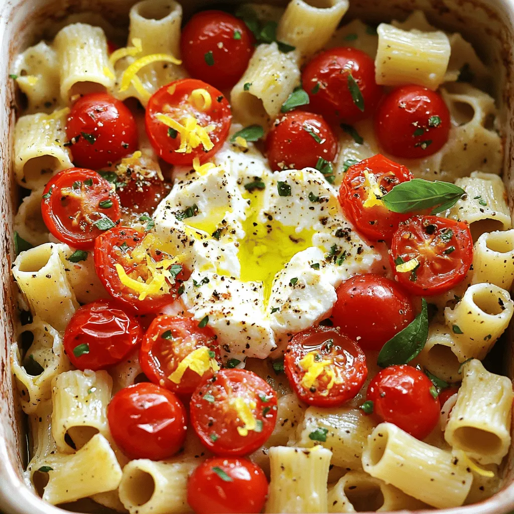 - 225 g Pasta (Penne oder Rigatoni) - 225 g Feta-Käse (1 Block) - 500 g Kirschtomaten, halbiert - 60 ml Olivenöl - 4 Knoblauchzehen, fein gehackt - 1 TL getrockneter Oregano - 1/2 TL rote Pfefferflocken (nach Geschmack anpassen) - Salz und Pfeffer - 30 g frisches Basilikum, gehackt (zum Garnieren) - Zeste von 1 Zitrone (für die frische Note) Ich liebe es, frische und einfache Zutaten für die Überbackene Feta-Pasta zu verwenden. Die Hauptzutaten sind einfach zu finden und bringen viel Geschmack. Die Pasta wählt man am besten in einer Form, die die Soße aufnimmt. Penne oder Rigatoni sind ideal dafür. Der Feta-Käse ist der Star in diesem Gericht. Er wird weich und cremig, wenn er gebacken wird. Kirschtomaten geben Süße und Frische. Halbierte Tomaten sorgen dafür, dass sie beim Backen saftig bleiben. Für die Gewürze verwende ich Olivenöl, um alles schön zu verbinden. Knoblauch bringt viel Aroma. Oregano rundet den Geschmack ab. Rote Pfefferflocken geben einen kleinen Kick. Salz und Pfeffer sind wichtig, um alles zu würzen. Die Garnierungen sind nicht nur schön, sie geben auch Frische. Frisches Basilikum verleiht dem Gericht eine schöne grüne Farbe. Die Zitronenzeste bringt einen tollen frischen Geschmack. Die Zutaten sind einfach, aber sie schaffen ein beeindruckendes Gericht. Wenn du mehr über die Zubereitung erfahren möchtest, schau dir die Full Recipe an. - Heizen Sie Ihren Ofen auf 200°C (400°F) vor. - Platzieren Sie den Feta in der Auflaufform. Zuerst ist es wichtig, den Ofen gut vorzuheizen. Die richtige Temperatur hilft, den Feta gleichmäßig zu backen. Ich empfehle, eine mittlere Auflaufform zu verwenden. Der Feta sollte in der Mitte der Form liegen. - Umgeben Sie den Feta mit Kirschtomaten und Knoblauch. - Träufeln Sie das Olivenöl darüber und würzen Sie. Jetzt kommt der spaßige Teil! Legen Sie die halbierten Kirschtomaten rund um den Feta. Der Knoblauch darf auch nicht fehlen. Streuen Sie ihn gleichmäßig über die Tomaten. Danach geben Sie Olivenöl darüber. Das Öl macht alles schön saftig. Vergessen Sie nicht, mit Oregano, Salz und Pfeffer zu würzen. - Backen Sie 25-30 Minuten. - Kochen Sie die Pasta al dente. Schieben Sie die Auflaufform in den Ofen. Backen Sie alles für 25 bis 30 Minuten. Der Feta sollte weich werden und die Tomaten platzen. Währenddessen können Sie die Pasta kochen. Achten Sie darauf, sie al dente zu kochen. So bleibt sie bissfest und passt gut zur cremigen Feta-Mischung. Für das vollständige Rezept schauen Sie sich die [Full Recipe] an. Um einen leckeren Baked Feta Pasta zu machen, backe den Feta weich. Ein harter Feta gibt nicht diesen cremigen Geschmack. Wenn der Käse weich ist, lässt er sich gut mit den Tomaten vermischen. Das gibt der Pasta eine tolle Textur. Achte darauf, die Pasta al dente zu kochen. Al dente bedeutet, dass die Pasta bissfest ist. Wenn sie zu weich ist, wird die gesamte Mischung matschig. Kochen Sie die Pasta nach den Anweisungen auf der Packung. So bleibt sie perfekt in Form. Jeder hat andere Vorlieben. Du kannst die Gewürze nach deinem Geschmack anpassen. Wenn du es scharf magst, füge mehr rote Pfefferflocken hinzu. Für mehr Frische kannst du frische Kräuter wie Thymian oder Petersilie verwenden. Sie geben dem Gericht einen tollen Geschmack. Zusätzliche Zutaten machen das Gericht noch besser. Du kannst zum Beispiel Spinat oder Zucchini hinzufügen. Sie bringen Farbe und Nährstoffe. Außerdem passen sie gut zu Feta und Tomaten. Für die Zubereitung brauchst du einige nützliche Utensilien. Eine große Auflaufform ist wichtig, um den Feta und die Tomaten zu backen. Ein gutes Messer hilft dir, die Gemüse und Kräuter zu schneiden. Für das Anrichten ist eine große Schüssel ideal, um die Pasta zu mischen. Verwende eine Gabel oder einen Löffel, um das Gericht zu servieren. So bleibt alles schön und ordentlich. {{image_4}} Du kannst die Baked Feta Pasta mit frischem Gemüse aufpeppen. Zum Beispiel: - Zucchini: In kleine Stücke schneiden und dazugeben. - Paprika: Bunte Paprika bringen Farbe und Geschmack. - Brokkoli: Leicht blanchieren und dann untermengen. Wenn du etwas Protein möchtest, probiere Hähnchen oder Garnelen. - Hähnchen: In Würfel schneiden und in der Auflaufform mit dem Feta backen. - Garnelen: Kurz vor Ende der Backzeit hinzufügen, so bleiben sie zart. Für eine vegane Baked Feta Pasta gibt es tolle Alternativen. - Feta-Alternativen: Nutze vegane Feta-Optionen aus Mandeln oder Soja. - Pasta-Anpassungen: Verwende Vollkorn- oder glutenfreie Pasta, je nach Bedarf. So bleibt das Gericht lecker und pflanzenbasiert. Italien bietet viele leckere Ideen für Baked Feta Pasta. - Pesto: Füge einen Löffel Pesto hinzu, um mehr Geschmack zu bekommen. - Oliven: Schwarze oder grüne Oliven geben einen salzigen Kick. Jede Region hat ihre eigenen Varianten. Zum Beispiel kann in Süditalien mehr Knoblauch und Chili verwendet werden, während in Norditalien Sahne eine Rolle spielt. Um die Baked Feta Pasta frisch zu halten, kühlen Sie die Reste sofort ab. Lassen Sie das Gericht nicht länger als zwei Stunden bei Raumtemperatur stehen. Verwenden Sie einen luftdichten Behälter. So bleibt der Geschmack erhalten. Im Kühlschrank hält die Pasta zwei bis drei Tage. Achten Sie darauf, dass der Behälter gut verschlossen ist. Dies verhindert, dass die Pasta austrocknet oder Gerüche aufnimmt. Wenn Sie die Reste aufwärmen, vermeiden Sie die Mikrowelle, wenn möglich. Der Ofen ist die beste Wahl. Heizen Sie den Ofen auf 180°C vor. Geben Sie die Pasta in eine Auflaufform und decken Sie sie mit Folie ab. So bleibt die Pasta feucht. Erwärmen Sie sie für etwa 15 bis 20 Minuten. Prüfen Sie zwischendurch, ob sie gut durchgeheizt ist. Rühren Sie die Pasta um, um eine gleichmäßige Erwärmung zu gewährleisten. Einfrieren ist eine gute Option, wenn Sie mehr als nötig zubereitet haben. Lassen Sie die Pasta zuerst vollständig abkühlen. Portionieren Sie sie in luftdichte Behälter oder Gefrierbeutel. Achten Sie darauf, die Luft gut herauszudrücken. So bleibt die Pasta frisch. Im Gefrierschrank hält sie bis zu drei Monate. Nach dem Auftauen kann die Konsistenz leicht verändert sein, aber der Geschmack bleibt. Erwärmen Sie die aufgetaute Pasta im Ofen für beste Ergebnisse. Die Feta-Pasta braucht etwa 25-30 Minuten im Ofen. Die Temperatur sollte bei 200°C (400°F) liegen. So wird der Feta schön weich und die Tomaten platzen auf. Diese Zeit ist perfekt, um die Aromen zu verbinden. Ich empfehle, die Pasta während des Backens zuzubereiten. So ist alles gleichzeitig fertig. Ja, du kannst andere Käsesorten verwenden. Manche mögen Mozzarella oder Ricotta. Diese Käsesorten geben einen anderen Geschmack. Mozzarella macht das Gericht cremiger. Ricotta sorgt für eine luftigere Konsistenz. Probiere verschiedene Käsesorten aus. So findest du deinen persönlichen Favoriten. Ja, die Feta-Pasta ist vegetarisch. Sie enthält keine Fleischprodukte. Du kannst sie leicht anpassen, um sie noch besser zu machen. Füge mehr Gemüse hinzu, wie Zucchini oder Paprika. Diese Optionen machen das Gericht noch bunter und gesünder. So wird es ein Bestseller für Vegetarier! Die überbackene Feta-Pasta ist einfach und macht viel Spaß. Mit nur wenigen Zutaten sowie einer klaren Anleitung haben Sie schnell ein köstliches Gericht. Denken Sie an Anpassungen bei Gewürzen und Zutaten, um es noch besser zu machen. Reste sind leicht zu lagern und können schnell wieder aufgewärmt werden. Egal ob Sie es vegan oder italienisch abwandeln, die Möglichkeiten sind grenzenlos. Lassen Sie Ihrer Kreativität freien Lauf und genießen Sie jede Bissen!