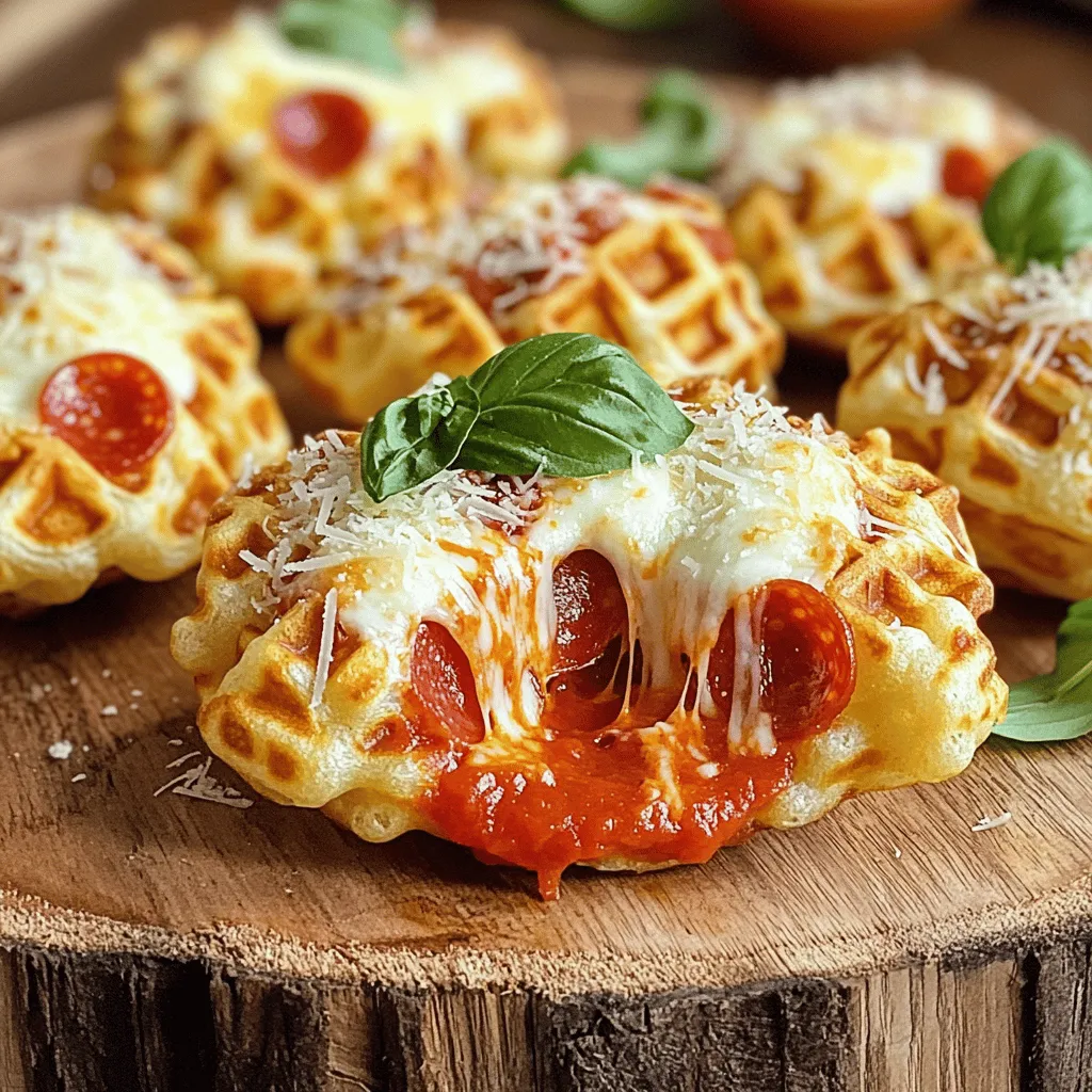 - Weizenmehl - Milch - Mozzarella-Käse Die Hauptzutaten bilden die Basis für unsere köstlichen Snacks. Weizenmehl gibt dem Teig Struktur. Milch sorgt für die nötige Feuchtigkeit. Mozzarella-Käse bringt den schmelzenden Genuss, den wir lieben. - Mini-Pepperoni - Pizzasauce Für den Belag verwenden wir Mini-Pepperoni. Diese kleinen Stücke sind perfekt für die Waffeln. Pizzasauce gibt den herzhaften Geschmack, den jeder Pizza-Fan kennt. Sie macht die Waffeln noch saftiger und leckerer. - Backpulver - geschmolzene Butter Backpulver hilft, die Waffeln fluffig zu machen. Es sorgt dafür, dass sie beim Backen gut aufgehen. Geschmolzene Butter verleiht dem Teig einen reichen Geschmack. Sie macht die Waffeln schön goldbraun und knusprig. Für das gesamte Rezept, schau dir das [Full Recipe] an. Heize dein Waffeleisen gemäß den Anweisungen vor. Fette es leicht mit Olivenöl oder Antihaft-Spray ein. So bleibt der Teig nicht kleben. Bereite dann alle Zutaten vor. Stelle sicher, dass du alles bereit hast, bevor du mit dem Mixen beginnst. Das macht den Prozess einfacher und schneller. Vermenge in einer großen Schüssel die trockenen Zutaten. Nimm 1 ½ Tassen Weizenmehl, 2 Teelöffel Backpulver, ½ Teelöffel Salz und 1 Esslöffel Zucker. Mische sie gut. In einer separaten Schüssel verrührst du 1 Tasse Milch, 1 großes Ei und ¼ Tasse geschmolzene Butter. Füge die feuchten Zutaten langsam zu den trockenen Zutaten hinzu. Rühre vorsichtig, bis der Teig gemischt ist. Du kannst Klumpen lassen. Das macht die Waffeln fluffig. Gib eine kleine Menge des Teigs in das Waffeleisen. Es sollte den Boden gerade bedecken. Füge dann einen Teelöffel Pizzasauce in die Mitte hinzu. Decke die Sauce mit etwas mehr Teig ab. Schließe das Waffeleisen und backe es 3-5 Minuten. Die Waffeln sind fertig, wenn sie goldbraun und knusprig sind. Nimm sie vorsichtig heraus und wiederhole den Vorgang mit dem restlichen Teig. Für das vollständige Rezept schau dir das [Full Recipe] an. Um den perfekten Waffelteig zu machen, ist es wichtig, das Übermixen zu vermeiden. Wenn Sie die Zutaten zusammenrühren, mischen Sie sie nur kurz. Ein paar Klumpen sind völlig in Ordnung. So bleibt der Teig locker und die Waffeln werden schön fluffig. Wenn Ihre Waffeln fertig sind, können Sie sie hübsch anrichten. Streuen Sie etwas geriebenen Parmesan und frisches Basilikum darüber. Das sieht nicht nur toll aus, sondern schmeckt auch fantastisch. Stellen Sie auch Pizzasauce zum Dippen bereit. Das macht den Snack noch leckerer und sorgt für mehr Spaß beim Essen. Manchmal kann es zu Problemen mit den Waffeln kommen. Wenn die Waffeln im Eisen hängen bleiben, versuchen Sie, das Eisen gut einzufetten. Olivenöl oder Antihaft-Spray helfen hier sehr. Wenn die Waffeln nicht knusprig sind, backen Sie sie etwas länger. Achten Sie darauf, dass Ihr Waffeleisen gut vorgeheizt ist. Das sorgt für eine schöne goldbraune Farbe und einen tollen Biss. {{image_4}} Für Ihre vegetarischen Waffelsnacks gibt es viele spannende Optionen. Sie können frisches Gemüse als Belag verwenden. Zum Beispiel eignen sich Paprika, Zucchini oder Spinat sehr gut. Schneiden Sie das Gemüse klein und mischen Sie es in den Teig. Alternativ können Sie auch verschiedene Käsesorten ausprobieren. Feta, Gouda oder sogar Ziegenkäse geben dem Snack einen neuen Geschmack. Experimentieren Sie mit verschiedenen Kombinationen, um Ihre ideale Mischung zu finden. Würzen Sie Ihre Waffelsnacks mit Kräutern und Gewürzen. Oregano, Basilikum und Thymian passen gut zum italienischen Flair. Diese Aromen verstärken den Geschmack und machen die Waffeln noch köstlicher. Wenn Sie es scharf mögen, fügen Sie Jalapeños hinzu. Diese geben den Waffeln eine feurige Note. Sie können die Menge nach Ihrem Geschmack anpassen. Für eine süße Variante können Sie Nutella oder Obstfüllungen verwenden. Schokoladenaufstrich ist eine beliebte Wahl. Fügen Sie ein wenig Nutella in die Mitte Ihrer Waffeln hinzu. Obst wie Bananen oder Beeren passt ebenfalls gut. Diese geben eine frische Süße. Kombinieren Sie beides für einen tollen Snack. Um die frisch gebackenen Pizza gefüllten Waffelsnacks frisch zu halten, legen Sie sie in einen luftdichten Behälter. Lagern Sie die Waffeln im Kühlschrank. So bleiben sie bis zu drei Tage lecker. Wenn Sie die Waffeln aufwärmen möchten, nutzen Sie die Mikrowelle oder das Waffeleisen. In der Mikrowelle reicht es, sie für 20-30 Sekunden zu erhitzen. Im Waffeleisen wird die Außenseite knusprig. Einfach den Waffel-Snack für 1-2 Minuten erhitzen. Für längere Haltbarkeit können Sie die Waffeln einfrieren. Lassen Sie sie zuerst abkühlen. Wickeln Sie jede Waffel in Frischhaltefolie. Legen Sie die eingewickelten Waffeln in einen Gefrierbeutel. So bleiben sie bis zu drei Monate frisch. Zum Auftauen nehmen Sie die Waffeln einfach aus dem Gefrierfach. Lassen Sie sie bei Raumtemperatur stehen oder erhitzen Sie sie direkt in der Mikrowelle. Das macht das Aufwärmen schnell und einfach. Die Waffeln bleiben frisch für 2 bis 3 Tage im Kühlschrank. Lagern Sie sie in einem luftdichten Behälter. So bleibt die Textur gut. Für längere Haltbarkeit können Sie die Waffeln auch einfrieren. Wickeln Sie sie in Frischhaltefolie und legen Sie sie in einen Gefrierbeutel. So bleiben sie bis zu 2 Monate haltbar. Ja, Sie können die Waffeln auch im Ofen backen. Heizen Sie den Ofen auf 200 Grad Celsius vor. Legen Sie den Teig auf ein Backblech mit Backpapier. Formen Sie kleine Häufchen. Backen Sie sie für 10 bis 12 Minuten, bis sie goldbraun sind. So erhalten Sie eine andere Textur, die ebenfalls lecker ist. Sie können die Waffeln leicht anpassen. Ersetzen Sie die Mini-Pepperoni durch Gemüse wie Paprika oder Zucchini. Fügen Sie verschiedene Käsesorten hinzu, um den Geschmack zu ändern. Sie können auch Gewürze wie Oregano oder Basilikum in den Teig geben. Für eine süße Variante probieren Sie Nutella oder Obstfüllungen. Seien Sie kreativ mit den Zutaten! Zusammenfassend haben wir die einfachen Zutaten für die Pizza-Waffeln und die Schritte zur Zubereitung besprochen. Von der Mischung des Teigs bis hin zu den besten Serviertipps gibt es viele Wege, diese Leckerei anzupassen. Denken Sie daran, variantenreiche Beläge zu nutzen und die Waffeln richtig zu lagern. So bleiben sie frisch und knusprig. Probieren Sie diese Ideen aus und genießen Sie leckere Snacks! Sie sind einfach zuzubereiten und bringen Freude in jede Küche.