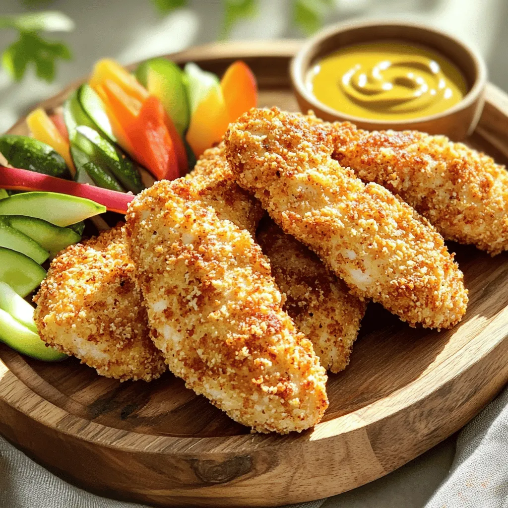 - 450 g Hühnerbrust, in Streifen geschnitten - 240 ml Buttermilch - 120 g Weizenmehl - 120 g Semmelbrösel (vorzugsweise Panko für extra Knusprigkeit) - 1 Teelöffel Knoblauchpulver - 1 Teelöffel Zwiebelpulver - 1 Teelöffel Paprika - 1/2 Teelöffel Cayennepfeffer (optional für zusätzliche Schärfe) - Salz und Pfeffer nach Geschmack - Kochspray Für dieses Rezept wähle ich frische Hühnerbrust. Sie gibt den besten Geschmack und Textur. Die Buttermilch hilft, das Hühnchen zart zu machen. Ich lasse das Hühnchen mindestens 30 Minuten darin ziehen. So wird es saftig und lecker. Die Gewürze sind wichtig. Knoblauchpulver und Paprika geben einen tollen Geschmack. Cayennepfeffer sorgt für einen kleinen Kick. Ich empfehle, die Mischung gut zu vermengen. Das sorgt für eine gleichmäßige Würze. Die Semmelbrösel sind der Schlüssel für die Knusprigkeit. Panko ist mein Favorit, da es besonders knusprig wird. Das ist die Basis für unsere knusprigen Hühnchenstreifen. Vergessen Sie nicht das Kochspray! Es hilft, die Streifen schön braun zu machen. Diese Zutaten sind einfach zu finden und machen das Rezept zu einem Hit. Für die vollständige Rezeptanleitung, schauen Sie sich die "Krosse Air Fryer Hühnchenstreifen" an. Um das Hühnchen zart zu machen, benutze ich Buttermilch. Sie hilft, das Fleisch saftig zu halten. Gib die Hühnerstreifen in eine große Schüssel mit 240 ml Buttermilch. Decke die Schüssel ab und stelle sie für mindestens 30 Minuten in den Kühlschrank. Wenn du mehr Zeit hast, lasse das Hühnchen über Nacht marinieren. So wird es noch zarter. Jetzt bereite ich die Panierstation vor. In einer flachen Schüssel mische ich 120 g Weizenmehl mit 1 Teelöffel Knoblauchpulver, 1 Teelöffel Zwiebelpulver, 1 Teelöffel Paprika, Cayennepfeffer, Salz und Pfeffer. In einer zweiten Schüssel lege ich 120 g Semmelbrösel bereit. Panko-Semmelbrösel sind ideal für extra Knusprigkeit. Nun kommt der spannende Teil, das Panieren. Nimm einen Hühnchenstreifen aus der Buttermilch. Lass die überschüssige Buttermilch abtropfen. Wälze den Streifen in der Mehlmischung, bis er gut bedeckt ist. Schüttle das überschüssige Mehl ab. Tauche den Streifen erneut in die Buttermilch und wälze ihn dann in den Semmelbröseln. Wiederhole diesen Schritt für alle Hühnchenstreifen. Mehrmals tauchen sorgt für eine tolle Panade. Heize den Air Fryer auf 200°C vor. Das dauert etwa 5 Minuten. Besprühe den Korb leicht mit Kochspray und lege die Hühnchenstreifen in einer einzigen Schicht hinein. Achte darauf, dass sie sich nicht berühren. Sprühe die Oberseite der Hühnchenstreifen mit etwas mehr Kochspray ein. So werden sie gleichmäßig knusprig. Frittiere die Hühnchenstreifen für 10-12 Minuten bei 200°C. Wende sie nach der Hälfte der Zeit, damit sie gleichmäßig garen. Die Innentemperatur sollte 75°C erreichen. Nimm die Hühnchenstreifen aus dem Air Fryer und lasse sie ein paar Minuten ruhen, bevor du sie servierst. So bleibt die Panade knusprig und das Hühnchen saftig. Für das vollständige Rezept, schau dir die krosse Air Fryer Hühnchenstreifen an. Verwenden Sie frische Zutaten für die besten Ergebnisse. Frisches Hühnchen hat mehr Geschmack und Zartheit. Achten Sie darauf, hochwertige Buttermilch zu wählen. Diese macht das Hühnchen besonders saftig. Um die Knusprigkeit zu verbessern, nutzen Sie Panko-Semmelbrösel. Diese sind gröber und sorgen für mehr Crunch. Sprühen Sie die Hühnchenstreifen vor dem Frittieren leicht mit Kochspray ein. Das hilft, eine goldene Farbe zu erzielen. Für das Hühnchen empfehle ich, gleichmäßige Streifen zu schneiden. So garen die Stücke gleichmäßig. Marinieren Sie das Hühnchen mindestens 30 Minuten in Buttermilch. Wenn Sie mehr Zeit haben, lassen Sie es über Nacht marinieren. Das macht das Hühnchen noch zarter. Sie können auch andere Marinaden ausprobieren. Eine Mischung aus Joghurt und Gewürzen gibt einen tollen Geschmack. Eine einfache Sojasoße mit Honig bringt eine süße Note. Für die besten Dips passen Honigsenf und Barbecue-Sauce gut. Diese ergänzen die Geschmackstiefe der Hühnchenstreifen. Auch ein frischer Salat ist eine tolle Beilage. Er bringt Farbe und Frische auf den Teller. Achten Sie auf eine schöne Anordnung der Hühnchenstreifen. Legen Sie sie in einer fächerartigen Form auf einen großen Teller. Garnieren Sie mit frischen Kräutern oder Zitronenscheiben für den letzten Schliff. {{image_4}} Du kannst die Gewürze leicht anpassen, um verschiedene Geschmäcker zu treffen. Zum Beispiel ist es interessant, Kreuzkümmel oder Oregano hinzuzufügen. Diese Gewürze bringen eine neue Dimension in den Geschmack. Falls du es schärfer magst, füge mehr Cayennepfeffer hinzu. Probiere auch Chilipulver oder sogar scharfe Sauce. Das gibt deinen Hühnchenstreifen einen aufregenden Kick. Wenn du glutenfrei essen möchtest, ersetze das Weizenmehl durch Mandelmehl oder Reismehl. Diese Optionen sind leicht und machen die Panade knusprig. Für vegane Varianten kannst du Tofu oder Seitan verwenden. Marinier diese in Buttermilch oder einer pflanzlichen Alternative. Dann panierst du sie wie im Rezept beschrieben. Beliebte Beilagen sind Pommes, Salat oder Gemüse. Diese passen gut zu den Hühnchenstreifen. Für saisonale Beilagen kannst du im Sommer frische Tomatensalate oder im Winter geröstete Wurzelgemüse servieren. Dips wie Honigsenf oder BBQ-Sauce sind klasse Begleiter. Sie machen das Essen noch leckerer und interessanter. Für die vollständige Rezeptanleitung schaue dir die krosse Air Fryer Hühnchenstreifen an. Um die Hühnchenstreifen frisch zu halten, bewahre sie im Kühlschrank auf. Die optimale Lagertemperatur liegt bei 4°C. Verwende einen luftdichten Behälter, um die Feuchtigkeit zu bewahren. So bleiben die Streifen bis zu drei Tage genießbar. Du kannst auch einen Ziploc-Beutel nutzen, um Platz zu sparen. Achte darauf, die Luft herauszudrücken, bevor du ihn schließt. Die besten Methoden zum Aufwärmen sind der Air Fryer oder der Ofen. Stelle den Air Fryer auf 180°C ein und erhitze die Streifen für etwa 5 Minuten. So bleiben sie knusprig. Alternativ kannst du den Ofen auf 200°C vorheizen und die Hühnchenstreifen 10 Minuten auf einem Backblech erwärmen. Für andere Gerichte kannst du die Hühnchenstreifen auch in Salate oder Wraps verwenden. Sie passen gut in Tortillas mit frischem Gemüse und Sauce. Du kannst sie auch als Topping für Pizza verwenden oder in einer Pasta-Sauce integrieren. So bleibt das Essen spannend und lecker. Die Hühnchenstreifen bleiben im Kühlschrank etwa drei bis vier Tage frisch. Legen Sie sie in einen luftdichten Behälter. So bleibt die Feuchtigkeit erhalten. Achten Sie darauf, das Hühnchen nicht zu lange aufzubewahren. Wenn es alt riecht oder die Farbe ändert, werfen Sie es weg. Sicherheit geht vor. Um sicherzustellen, dass die Hühnchenstreifen durchgegart sind, verwenden Sie ein Fleischthermometer. Die Innentemperatur sollte mindestens 75°C betragen. Stecken Sie das Thermometer in die dickste Stelle des Hühnchens. Wenn Sie kein Thermometer haben, schneiden Sie ein Stück auf. Das Fleisch sollte innen weiß und saftig sein. Ja, Sie können das Rezept leicht anpassen. Verdoppeln oder verdreifachen Sie die Zutaten, um mehr Hühnchenstreifen zu machen. Achten Sie darauf, die Garzeit zu überprüfen. Wenn der Air Fryer voll ist, kann es länger dauern, bis alles gar ist. Machen Sie die Hühnchenstreifen in Chargen, wenn nötig. Wenn die Hühnchenstreifen nicht knusprig sind, überprüfen Sie die Panade. Benutzen Sie Panko-Semmelbrösel für mehr Knusprigkeit. Stellen Sie sicher, dass Sie genug Kochspray verwenden. Zu viel Feuchtigkeit kann die Knusprigkeit beeinträchtigen. Lassen Sie auch genug Platz zwischen den Streifen im Air Fryer. Die vollständige Rezeptanleitung finden Sie in den "Krossen Air Fryer Hühnchenstreifen" . Diese Anleitung führt Sie Schritt für Schritt durch den Prozess. So gelingt Ihnen das perfekte Gericht! Zusammenfassend haben wir die besten Zutaten für knusprige Hühnchenstreifen besprochen. Wir haben die Marinierung, Panierung und das Frittieren im Air Fryer behandelt. Die Tipps und Tricks garantieren optimale Ergebnisse. Variationen wie glutenfreie oder vegane Optionen erweitern die Möglichkeiten. Achten Sie auf Lagerung und Aufwärmmethoden, um die Reste schmackhaft zu halten. Genießen Sie diese köstlichen Hühnchenstreifen mit verschiedenen Dips und Beilagen. Experimentieren Sie und finden Sie Ihre Lieblingsversion!