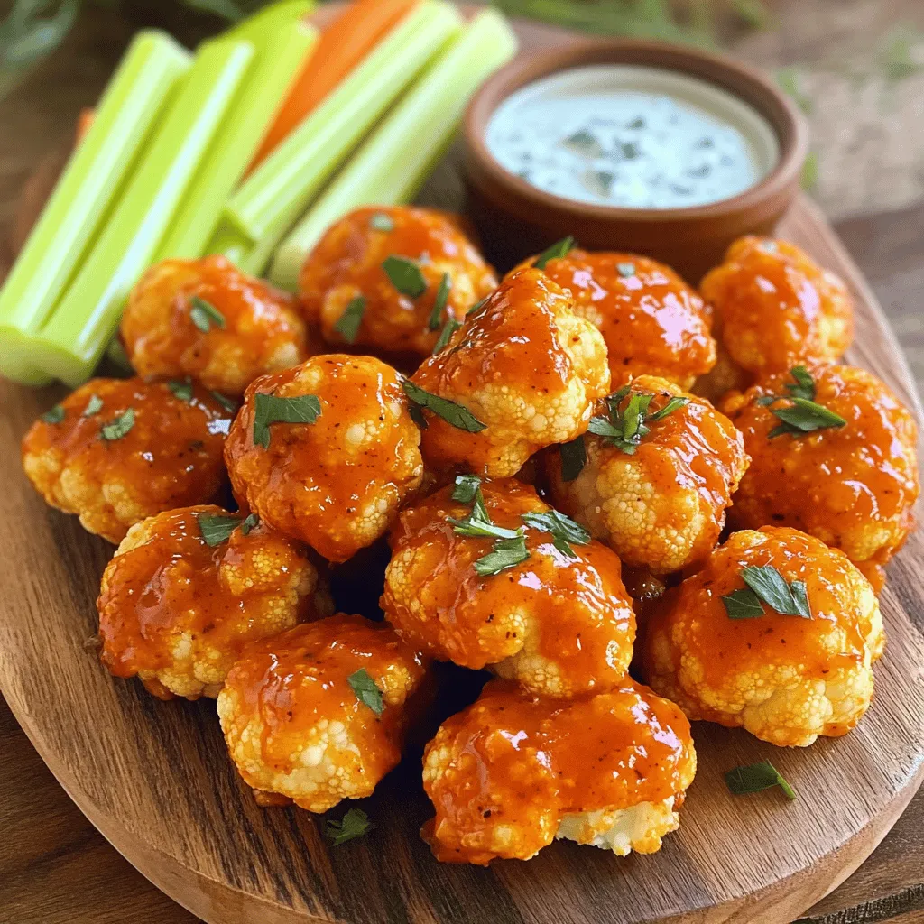- 1 mittelgroßer Blumenkohl, in mundgerechte Röschen zerteilt - 1 Tasse Weizenmehl - 1 Tasse Buffalo-Sauce (gekauft oder selbstgemacht) Die Hauptzutaten sind der Schlüssel zu leckeren Buffalo Cauliflower Bites. Blumenkohl bringt eine tolle Konsistenz und ist gesund. Weizenmehl gibt die perfekte Grundlage für den Teig. Buffalo-Sauce sorgt für den richtigen Kick! - 1 Teelöffel Knoblauchpulver - 1 Teelöffel Zwiebelpulver - 1 Teelöffel geräuchertes Paprikapulver - 1/2 Teelöffel Cayennepfeffer (nach gewünschtem Schärfegrad anpassen) - Salz und frisch gemahlener Pfeffer nach Geschmack Gewürze und Aromen machen die Bissen besonders lecker. Knoblauchpulver und Zwiebelpulver fügen Tiefe hinzu. Geräuchertes Paprikapulver bringt einen rauchigen Geschmack. Cayennepfeffer gibt Ihnen die Möglichkeit, die Schärfe nach Ihrem Geschmack anzupassen. - Frische Selleriestangen und Karottensticks zum Servieren - Blauschimmelkäse- oder Ranch-Dressing als Dip (optional) Zusätzliche Beilagen machen das Gericht perfekt. Sellerie und Karotten bieten einen frischen Kontrast. Ein Dip aus Blauschimmelkäse oder Ranch-Dressing rundet das Geschmackserlebnis ab. Kombinieren Sie alles schön auf einem großen Teller für Ihre Gäste. Heize den Ofen auf 230°C vor. Das ist wichtig, um die Bissen knusprig zu bekommen. Lege ein Backblech mit Backpapier aus. So kleben die Bissen nicht fest. Vermische in einer großen Schüssel die trockenen Zutaten. Dazu gehören Weizenmehl, Knoblauchpulver, Zwiebelpulver, geräuchertes Paprikapulver, Cayennepfeffer, Salz und frisch gemahlener Pfeffer. Rühre alles gut um. Füge jetzt langsam das Wasser oder die pflanzliche Milch hinzu. Rühre weiter mit einem Schneebesen, bis der Teig glatt ist. Der Teig sollte nicht zu dick sein. Nimm die Blumenkohlröschen und tauche sie in den Teig. Achte darauf, dass jedes Stück gut bedeckt ist. Lege die Röschen dann auf das Backblech. Backe die Blumenkohlbissen 20 bis 25 Minuten lang. Wende sie nach der Hälfte der Zeit. So werden sie gleichmäßig goldbraun und knusprig. Während die Bissen backen, misch die Buffalo-Sauce mit dem Olivenöl in einer separaten Schüssel. Wenn die Bissen fertig sind, nimm das Blech heraus. Wende die heißen Röschen in der Buffalo-Saucenmischung, bis sie gut bedeckt sind. Lege sie dann zurück aufs Blech. Backe die Bissen weitere 10 bis 15 Minuten. Achte darauf, dass die Sauce blubbert und leicht karamellisiert ist. Lass die Blumenkohlbissen kurz abkühlen, bevor du sie servierst. So kannst du sie besser essen. Für das gesamte Rezept, schau dir die Full Recipe an. Um knusprige Bissen zu machen, ist der Teig wichtig. Verwende die richtige Menge Mehl und Wasser. Wenn der Teig zu dünn ist, wird der Blumenkohl nicht knusprig. So klappt es: - Mische das Mehl und die Gewürze gut. - Achte darauf, dass der Teig dick genug ist. - Tauche die Blumenkohlröschen gut ein. Für die Schärfe kannst du den Cayennepfeffer anpassen. Möchtest du es milder? Nimm weniger. Magst du es schärfer? Füge mehr hinzu. So findest du den perfekten Geschmack für dich. Die Präsentation macht viel aus. Serviere die Blumenkohlbissen auf einer großen Platte. Garniere sie mit frischen Kräutern. Das sieht toll aus! - Stelle frische Selleriestangen und Karottensticks daneben. - Biete ein Dip an, wie Blauschimmelkäse oder Ranch-Dressing. Diese Beilagen machen das Essen noch besser. Jeder wird es lieben! Einige Fehler kommen oft vor. Hier sind die häufigsten und wie man sie löst: - Teig ist zu dünn: Füge mehr Mehl hinzu, um die Konsistenz zu verbessern. - Bissen sind nicht knusprig: Stelle sicher, dass der Ofen heiß genug ist. - Bissen brennen an: Überprüfe die Backzeit. Wende die Bissen rechtzeitig. Wenn du diese Tipps beachtest, wird dein Gericht immer lecker! {{image_4}} Für eine vegane Option nutze Kichererbsenmehl statt Weizenmehl. Es hat einen tollen Geschmack und ist nahrhaft. Du kannst auch Mandelmehl verwenden, um eine glutenfreie Variante zu machen. Beide Mehle sorgen für eine knusprige Textur, die du lieben wirst. Für glutenfreies Backen probiere Reismehl oder Buchweizenmehl. Diese Mehle bringen einen eigenen Geschmack und eine gute Konsistenz. Mische etwas Maisstärke hinzu. Das hilft, die Bissen außen knusprig zu machen. Eine BBQ-Buffalo-Variation ist einfach und lecker. Mische deine Lieblings-BBQ-Sauce mit der Buffalo-Sauce. Das gibt den Bissen eine süßere Note, die viele mögen. Du kannst auch geräuchertes Paprikapulver hinzufügen. Es verstärkt den Grillgeschmack und bringt mehr Tiefe. Für asiatische Gewürz-Optionen kannst du Sojasauce und Ingwer verwenden. Mische diese mit der Buffalo-Sauce für einen aufregenden Twist. Füge Sesamöl hinzu, um einen nussigen Geschmack zu erhalten. Diese Kombination macht deine Blumenkohlbissen besonders. Buffalo Blumenkohlbissen sind vielseitig. Nutze sie auf Pizzas anstelle von Fleisch. Sie geben der Pizza eine würzige Note und machen sie spannend. Du kannst auch die Bissen in einen Salat geben. Sie passen gut zu frischen Blättern und einem leichten Dressing. Eine weitere Idee: Baue deine eigenen Wraps. Wickele die Bissen in Tortillas mit Gemüse und Sauce. Das macht ein schnelles und köstliches Mittagessen. Diese Variationen halten die Mahlzeiten interessant und lecker. Lass die Blumenkohlbissen nach dem Backen etwas abkühlen. Lege sie dann in einen luftdichten Behälter. Dies hilft, ihre Frische zu bewahren. Wenn du sie im Kühlschrank aufbewahrst, bleiben sie bis zu drei Tage gut. Achte darauf, sie nicht zu stapeln, damit sie nicht matschig werden. Um die Bissen knusprig zu halten, heize deinen Ofen auf 180°C vor. Lege die Blumenkohlbissen auf ein Backblech und backe sie 10 bis 15 Minuten. So werden sie wieder warm und knusprig. Vermeide die Mikrowelle, da sie die Bissen weich macht. Die Buffalo Blumenkohlbissen halten sich im Kühlschrank bis zu drei Tage. Wenn du sie länger aufbewahren möchtest, friere sie ein. In einem luftdichten Behälter sind sie bis zu drei Monate haltbar. Beim Auftauen kannst du sie einfach im Ofen aufwärmen, um die Knusprigkeit zu erhalten. Buffalo Blumenkohlbissen sind knusprige Snacks aus Blumenkohl. Sie sind in einem gewürzten Teig gehüllt und dann gebacken. Diese Bissen sind knusprig und würzig. Oft werden sie mit einer scharfen Sauce serviert. Man genießt sie als Appetizer oder Hauptgericht. Ja, Sie können die Bissen auch frittieren. Frittieren macht sie noch knuspriger. Erhitzen Sie einfach Öl in einer Fritteuse oder einer tiefen Pfanne. Tauchen Sie die Blumenkohlröschen in den Teig und frittieren Sie sie goldbraun. Achten Sie darauf, sie nicht zu überfüllen, damit sie gleichmäßig garen. Die Schärfe hängt von der Buffalo-Sauce ab. Sie können die Schärfe nach Ihrem Geschmack anpassen. Verwenden Sie weniger Cayennepfeffer im Teig. Sie können auch milde Buffalo-Sauce wählen. So machen Sie die Bissen weniger scharf und für alle genießbar. Das Rezept "Full Recipe" stammt von vielen beliebten Kochseiten. Dort finden Sie die genauen Mengen und Zubereitungsschritte. Ich empfehle Ihnen, es auszuprobieren. Es ist einfach und macht Spaß! Buffalo Blumenkohlbissen sind lecker und einfach zu machen. Wir haben die Zutaten, die Zubereitung und viele Tipps behandelt. Egal, ob du knusprige Bissen oder vegane Alternativen möchtest, es gibt viele Möglichkeiten. Denke daran, deine Bissen gut zu lagern, damit sie frisch bleiben. Mit den richtigen Dips werden sie zum Hit auf jedem Tisch. Probiere die verschiedenen Variationen aus und finde deinen Favoriten!