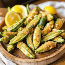 Für die knusprige Air Fryer Okra benötigst du einige wichtige Zutaten. Hier ist eine Liste der Hauptzutaten: - 450 g frische Okra, geputzt und in Stücke von 2,5 cm geschnitten - 240 ml Maismehl - 120 g Weizenmehl - 240 ml Buttermilch (oder pflanzlicher Ersatz) Diese Zutaten geben der Okra den perfekten Biss und einen tollen Geschmack. Achte darauf, frische Okra zu wählen, da sie den besten Geschmack hat. Die richtige Mischung von Gewürzen macht den Unterschied. Du brauchst: - 1 Teelöffel Knoblauchpulver - 1 Teelöffel Zwiebelpulver - 1 Teelöffel geräucherter Paprika - 1/2 Teelöffel Cayennepfeffer (nach Geschmack anpassen) - Salz und schwarzer Pfeffer, nach Geschmack Vermische diese Gewürze mit dem Mais- und Weizenmehl. So erhält die Okra eine leckere, knusprige Kruste. Wenn du keine Buttermilch hast, gibt es einfache Alternativen. Du kannst: - 240 ml Joghurt mit etwas Wasser mischen - Pflanzliche Milch wie Mandel- oder Sojamilch verwenden, mit einem Spritzer Zitrone Diese Alternativen sorgen ebenfalls für eine gute Bindung der Panade. Probiere sie aus und finde deine Lieblingsversion! Heize deinen Air Fryer auf 200°C vor. Das dauert etwa 5 Minuten. Ein gut vorgeheizter Air Fryer sorgt für eine gleichmäßige Knusprigkeit. Überprüfe, ob der Korb sauber ist, bevor du startest. In einer großen Schüssel vermische die trockenen Zutaten. Nimm 240 ml Maismehl, 120 g Weizenmehl, 1 Teelöffel Knoblauchpulver, 1 Teelöffel Zwiebelpulver, 1 Teelöffel geräucherten Paprika und 1/2 Teelöffel Cayennepfeffer. Füge Salz und schwarzen Pfeffer nach Geschmack hinzu. Rühre alles gut durch, bis die Gewürze gleichmäßig verteilt sind. Schneide die frische Okra in 2,5 cm große Stücke. Gib die Okra in eine separate Schüssel mit 240 ml Buttermilch oder einem pflanzlichen Ersatz. Rühre um, bis jedes Stück gut bedeckt ist. Nimm dann die Okra heraus und wälze sie in der Mehlmischung. Achte darauf, dass jedes Stück gleichmäßig paniert ist. Lege die panierten Okra-Stücke in den Korb des Air Fryers. Träufle 1 Esslöffel Olivenöl darüber für eine extra Knusprigkeit. Frittiere die Okra bei 200°C für 10-12 Minuten. Schüttle den Korb nach 5 Minuten, damit die Okra gleichmäßig bräunt. Sobald sie knusprig und goldbraun sind, nimm sie heraus. Würze sie nach Belieben mit einem Hauch Salz. Serviere die Okra heiß mit frischen Zitronenschnitzen. Für die vollständige Zubereitung, siehe die [Full Recipe]. Um die perfekte Knusprigkeit zu erreichen, sind ein paar Schritte wichtig. Erstens, die Okra muss gut trocken sein. Feuchtigkeit macht die Okra matschig. Zweitens, das Wälzen in der Mehlmischung sollte gleichmäßig sein. Achte darauf, dass jedes Stück gut bedeckt ist. Drittens, verwende Olivenöl. Ein Esslöffel reicht aus, um den Crunch zu verstärken. Schüttle den Korb während des Frittierens, um eine gleichmäßige Bräunung zu erzielen. Frische Okra ist am besten für dieses Rezept. Sie hat einen tollen Geschmack und die richtige Textur. Wenn du gefrorene Okra verwendest, tau sie zuerst auf und tupfe sie trocken. Gefrorene Okra kann mehr Feuchtigkeit enthalten, was die Knusprigkeit beeinträchtigt. Beachte auch, dass die Garzeit leicht variieren kann. Überprüfe die Okra nach 8 Minuten auf Knusprigkeit. Ein häufiger Fehler ist, die Okra zu überladen. Überfüllung im Air Fryer führt dazu, dass die Okra dampft, statt zu braten. Ein weiterer Fehler ist, die Mischung nicht gut zu würzen. Salz und Pfeffer sind wichtig für den Geschmack. Achte darauf, dass du die Okra nach dem Frittieren würzt. Schließlich, lasse die Okra nicht zu lange im Air Fryer. Sie wird sonst dunkel und bitter. Für das beste Ergebnis, halte dich an die Zeiten im [Full Recipe]. {{image_4}} Du kannst mit verschiedenen Gewürzen spielen, um deinen Okra einen neuen Geschmack zu geben. Probiere Kurkuma für eine goldene Farbe oder Kreuzkümmel für einen warmen, nussigen Geschmack. Ein Hauch von Curry-Pulver kann auch einen interessanten Twist bringen. Die Kombination von italienischen Kräutern wie Oregano und Basilikum gibt der Okra einen anderen Charakter. Achte darauf, die Menge anzupassen, damit die Aromen nicht zu stark werden. Um die Okra vegan zuzubereiten, ersetze die Buttermilch durch pflanzliche Milch, wie Mandel- oder Hafermilch. Du kannst auch eine Mischung aus pflanzlichem Joghurt und Wasser verwenden. Diese Optionen bieten die gleiche Cremigkeit. Bei den Mehlen kannst du glutenfreies Mehl verwenden, wenn du auf Gluten verzichten möchtest. So bleibt die Okra für alle essbar und lecker. Dips machen die Okra noch schmackhafter. Ein einfacher Joghurt-Dip mit frischen Kräutern passt gut. Mische Joghurt mit Minze oder Dill und etwas Zitronensaft. Für einen schärferen Geschmack, probiere einen scharfen Salsa oder eine würzige Aioli. Diese Dips heben die Aromen hervor und machen das Essen noch interessanter. Du wirst sehen, wie die Kombination von knuspriger Okra und diesen Dips eine Geschmacksexplosion ergibt. Wenn du Reste von deiner knusprigen Okra hast, lege sie in einen luftdichten Behälter. So bleiben sie frisch. Du kannst die Reste bis zu drei Tage im Kühlschrank aufbewahren. Stelle sicher, dass die Okra ganz abgekühlt ist, bevor du sie verpackst. Das hilft, Feuchtigkeit zu vermeiden. Um die Okra wieder warm zu machen, nutze den Air Fryer. Stelle ihn auf 180°C ein und erhitze die Okra für etwa 5 Minuten. Das bringt die Knusprigkeit zurück. Du kannst auch eine Pfanne nutzen. Erhitze etwas Öl und brate die Okra kurz an. So bleibt sie lecker und knusprig. Die knusprige Okra hält sich im Kühlschrank etwa drei Tage. Achte darauf, sie in einem luftdichten Behälter zu lagern. Wenn du die Okra länger aufbewahren möchtest, friere sie ein. So bleibt der Geschmack und die Textur erhalten. Zum Einfrieren lege die Okra auf ein Backblech und friere sie ein. Danach kannst du sie in einen Gefrierbeutel packen. Um die Okra noch knuspriger zu machen, kannst du einige Tipps befolgen. Erhöhe die Menge an Maismehl in der Mischung. Maismehl gibt der Okra eine tolle Textur. Du kannst auch die Okra vor dem Panieren leicht abtrocknen. weniger Feuchtigkeit sorgt für mehr Knusprigkeit. Ein weiterer Trick ist, die Okra in einer einzelnen Schicht im Air Fryer zu platzieren. So bekommt jede Okra-Stück die heiße Luft. Ja, du kannst gefrorene Okra verwenden. Achte darauf, die gefrorene Okra vorher aufzutauen. Tupfe sie dann mit einem Küchentuch trocken. Das hilft, überschüssige Feuchtigkeit zu entfernen. Dadurch wird die Okra knuspriger. Das Panieren bleibt gleich. Du kannst die gefrorene Okra genauso wie frische Okra behandeln. Die knusprige Okra muss etwa 10 bis 12 Minuten im Air Fryer bleiben. Überprüfe die Okra in der Mitte der Zeit. Schüttle den Korb, um eine gleichmäßige Garung zu gewährleisten. Achte darauf, dass die Okra goldbraun und knusprig aussieht. Wenn sie noch nicht knusprig genug ist, lasse sie ein paar Minuten länger. Um knusprige Okra zuzubereiten, haben wir die wichtigsten Zutaten, Schritt-für-Schritt-Anleitungen und hilfreiche Tipps besprochen. Die richtige Gewürzmischung bringt den Geschmack hervor, während das Air Fryer für die perfekte Knusprigkeit sorgt. Variationen und passende Dips bieten dir viele kreative Möglichkeiten. Denke daran, frische Okra richtig zu lagern, um den besten Geschmack zu genießen. Mit diesen Informationen bist du bestens gerüstet, um deine eigene knusprige Okra zuzubereiten und zu genießen. Viel Spaß beim Kochen!