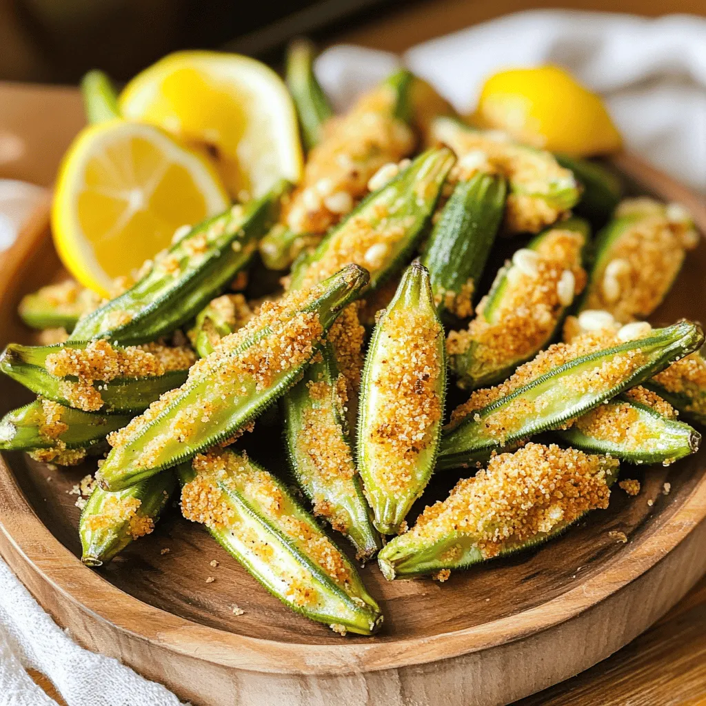Für die knusprige Air Fryer Okra benötigst du einige wichtige Zutaten. Hier ist eine Liste der Hauptzutaten: - 450 g frische Okra, geputzt und in Stücke von 2,5 cm geschnitten - 240 ml Maismehl - 120 g Weizenmehl - 240 ml Buttermilch (oder pflanzlicher Ersatz) Diese Zutaten geben der Okra den perfekten Biss und einen tollen Geschmack. Achte darauf, frische Okra zu wählen, da sie den besten Geschmack hat. Die richtige Mischung von Gewürzen macht den Unterschied. Du brauchst: - 1 Teelöffel Knoblauchpulver - 1 Teelöffel Zwiebelpulver - 1 Teelöffel geräucherter Paprika - 1/2 Teelöffel Cayennepfeffer (nach Geschmack anpassen) - Salz und schwarzer Pfeffer, nach Geschmack Vermische diese Gewürze mit dem Mais- und Weizenmehl. So erhält die Okra eine leckere, knusprige Kruste. Wenn du keine Buttermilch hast, gibt es einfache Alternativen. Du kannst: - 240 ml Joghurt mit etwas Wasser mischen - Pflanzliche Milch wie Mandel- oder Sojamilch verwenden, mit einem Spritzer Zitrone Diese Alternativen sorgen ebenfalls für eine gute Bindung der Panade. Probiere sie aus und finde deine Lieblingsversion! Heize deinen Air Fryer auf 200°C vor. Das dauert etwa 5 Minuten. Ein gut vorgeheizter Air Fryer sorgt für eine gleichmäßige Knusprigkeit. Überprüfe, ob der Korb sauber ist, bevor du startest. In einer großen Schüssel vermische die trockenen Zutaten. Nimm 240 ml Maismehl, 120 g Weizenmehl, 1 Teelöffel Knoblauchpulver, 1 Teelöffel Zwiebelpulver, 1 Teelöffel geräucherten Paprika und 1/2 Teelöffel Cayennepfeffer. Füge Salz und schwarzen Pfeffer nach Geschmack hinzu. Rühre alles gut durch, bis die Gewürze gleichmäßig verteilt sind. Schneide die frische Okra in 2,5 cm große Stücke. Gib die Okra in eine separate Schüssel mit 240 ml Buttermilch oder einem pflanzlichen Ersatz. Rühre um, bis jedes Stück gut bedeckt ist. Nimm dann die Okra heraus und wälze sie in der Mehlmischung. Achte darauf, dass jedes Stück gleichmäßig paniert ist. Lege die panierten Okra-Stücke in den Korb des Air Fryers. Träufle 1 Esslöffel Olivenöl darüber für eine extra Knusprigkeit. Frittiere die Okra bei 200°C für 10-12 Minuten. Schüttle den Korb nach 5 Minuten, damit die Okra gleichmäßig bräunt. Sobald sie knusprig und goldbraun sind, nimm sie heraus. Würze sie nach Belieben mit einem Hauch Salz. Serviere die Okra heiß mit frischen Zitronenschnitzen. Für die vollständige Zubereitung, siehe die [Full Recipe]. Um die perfekte Knusprigkeit zu erreichen, sind ein paar Schritte wichtig. Erstens, die Okra muss gut trocken sein. Feuchtigkeit macht die Okra matschig. Zweitens, das Wälzen in der Mehlmischung sollte gleichmäßig sein. Achte darauf, dass jedes Stück gut bedeckt ist. Drittens, verwende Olivenöl. Ein Esslöffel reicht aus, um den Crunch zu verstärken. Schüttle den Korb während des Frittierens, um eine gleichmäßige Bräunung zu erzielen. Frische Okra ist am besten für dieses Rezept. Sie hat einen tollen Geschmack und die richtige Textur. Wenn du gefrorene Okra verwendest, tau sie zuerst auf und tupfe sie trocken. Gefrorene Okra kann mehr Feuchtigkeit enthalten, was die Knusprigkeit beeinträchtigt. Beachte auch, dass die Garzeit leicht variieren kann. Überprüfe die Okra nach 8 Minuten auf Knusprigkeit. Ein häufiger Fehler ist, die Okra zu überladen. Überfüllung im Air Fryer führt dazu, dass die Okra dampft, statt zu braten. Ein weiterer Fehler ist, die Mischung nicht gut zu würzen. Salz und Pfeffer sind wichtig für den Geschmack. Achte darauf, dass du die Okra nach dem Frittieren würzt. Schließlich, lasse die Okra nicht zu lange im Air Fryer. Sie wird sonst dunkel und bitter. Für das beste Ergebnis, halte dich an die Zeiten im [Full Recipe]. {{image_4}} Du kannst mit verschiedenen Gewürzen spielen, um deinen Okra einen neuen Geschmack zu geben. Probiere Kurkuma für eine goldene Farbe oder Kreuzkümmel für einen warmen, nussigen Geschmack. Ein Hauch von Curry-Pulver kann auch einen interessanten Twist bringen. Die Kombination von italienischen Kräutern wie Oregano und Basilikum gibt der Okra einen anderen Charakter. Achte darauf, die Menge anzupassen, damit die Aromen nicht zu stark werden. Um die Okra vegan zuzubereiten, ersetze die Buttermilch durch pflanzliche Milch, wie Mandel- oder Hafermilch. Du kannst auch eine Mischung aus pflanzlichem Joghurt und Wasser verwenden. Diese Optionen bieten die gleiche Cremigkeit. Bei den Mehlen kannst du glutenfreies Mehl verwenden, wenn du auf Gluten verzichten möchtest. So bleibt die Okra für alle essbar und lecker. Dips machen die Okra noch schmackhafter. Ein einfacher Joghurt-Dip mit frischen Kräutern passt gut. Mische Joghurt mit Minze oder Dill und etwas Zitronensaft. Für einen schärferen Geschmack, probiere einen scharfen Salsa oder eine würzige Aioli. Diese Dips heben die Aromen hervor und machen das Essen noch interessanter. Du wirst sehen, wie die Kombination von knuspriger Okra und diesen Dips eine Geschmacksexplosion ergibt. Wenn du Reste von deiner knusprigen Okra hast, lege sie in einen luftdichten Behälter. So bleiben sie frisch. Du kannst die Reste bis zu drei Tage im Kühlschrank aufbewahren. Stelle sicher, dass die Okra ganz abgekühlt ist, bevor du sie verpackst. Das hilft, Feuchtigkeit zu vermeiden. Um die Okra wieder warm zu machen, nutze den Air Fryer. Stelle ihn auf 180°C ein und erhitze die Okra für etwa 5 Minuten. Das bringt die Knusprigkeit zurück. Du kannst auch eine Pfanne nutzen. Erhitze etwas Öl und brate die Okra kurz an. So bleibt sie lecker und knusprig. Die knusprige Okra hält sich im Kühlschrank etwa drei Tage. Achte darauf, sie in einem luftdichten Behälter zu lagern. Wenn du die Okra länger aufbewahren möchtest, friere sie ein. So bleibt der Geschmack und die Textur erhalten. Zum Einfrieren lege die Okra auf ein Backblech und friere sie ein. Danach kannst du sie in einen Gefrierbeutel packen. Um die Okra noch knuspriger zu machen, kannst du einige Tipps befolgen. Erhöhe die Menge an Maismehl in der Mischung. Maismehl gibt der Okra eine tolle Textur. Du kannst auch die Okra vor dem Panieren leicht abtrocknen. weniger Feuchtigkeit sorgt für mehr Knusprigkeit. Ein weiterer Trick ist, die Okra in einer einzelnen Schicht im Air Fryer zu platzieren. So bekommt jede Okra-Stück die heiße Luft. Ja, du kannst gefrorene Okra verwenden. Achte darauf, die gefrorene Okra vorher aufzutauen. Tupfe sie dann mit einem Küchentuch trocken. Das hilft, überschüssige Feuchtigkeit zu entfernen. Dadurch wird die Okra knuspriger. Das Panieren bleibt gleich. Du kannst die gefrorene Okra genauso wie frische Okra behandeln. Die knusprige Okra muss etwa 10 bis 12 Minuten im Air Fryer bleiben. Überprüfe die Okra in der Mitte der Zeit. Schüttle den Korb, um eine gleichmäßige Garung zu gewährleisten. Achte darauf, dass die Okra goldbraun und knusprig aussieht. Wenn sie noch nicht knusprig genug ist, lasse sie ein paar Minuten länger. Um knusprige Okra zuzubereiten, haben wir die wichtigsten Zutaten, Schritt-für-Schritt-Anleitungen und hilfreiche Tipps besprochen. Die richtige Gewürzmischung bringt den Geschmack hervor, während das Air Fryer für die perfekte Knusprigkeit sorgt. Variationen und passende Dips bieten dir viele kreative Möglichkeiten. Denke daran, frische Okra richtig zu lagern, um den besten Geschmack zu genießen. Mit diesen Informationen bist du bestens gerüstet, um deine eigene knusprige Okra zuzubereiten und zu genießen. Viel Spaß beim Kochen!