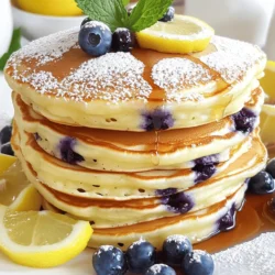 - 1 Tasse Ricotta-Käse - 2 große Eier - 1/4 Tasse Milch Die Hauptzutaten sind einfach und frisch. Ricotta-Käse macht die Pfannkuchen weich. Eier geben Struktur und helfen beim Aufgehen. Milch bringt die Mischung zusammen und sorgt für eine zarte Textur. - 1 Tasse Weizenmehl - 1 Esslöffel Backpulver - 1/2 Teelöffel Salz Die trockenen Zutaten sind wichtig für den Teig. Weizenmehl gibt den Pfannkuchen Stabilität. Backpulver sorgt dafür, dass sie schön aufgehen. Salz bringt den Geschmack hervor und balanciert die Süße. - Schale von 1 Zitrone (Zitronenabrieb) - 1 Esslöffel Zitronensaft - 1/4 Tasse Zucker - 1 Tasse frische Blaubeeren - Butter oder Öl zum Braten - Ahornsirup zum Servieren Aromatische Zutaten sind der Schlüssel zu diesem Rezept. Zitronenabrieb und Zitronensaft geben Frische. Zucker sorgt für die süße Note. Blaubeeren bringen Saftigkeit und Farbe. Butter oder Öl helfen beim Braten, während Ahornsirup das Ganze abrundet. Für das vollständige Rezept sieh dir die [Full Recipe] an. Um die Basis für die Pfannkuchen zu erstellen, beginne mit Ricotta und Eiern. Gib 1 Tasse Ricotta-Käse und 2 große Eier in eine große Schüssel. Verwende einen Schneebesen und vermenge alles gut. Die Mischung sollte glatt sein. Jetzt fügst du 1/4 Tasse Milch, 1/4 Tasse Zucker, die Schale von 1 Zitrone und 1 Esslöffel Zitronensaft hinzu. Rühre alles erneut, bis es gut vermischt ist. In einer separaten Schüssel mische 1 Tasse Weizenmehl, 1 Esslöffel Backpulver und 1/2 Teelöffel Salz. Diese trockenen Zutaten sorgen für die Struktur der Pfannkuchen. Füge die trockenen Zutaten dann langsam zu der feuchten Mischung hinzu. Rühre vorsichtig mit einem Spatel, bis alles gerade so kombiniert ist. Der Teig sollte leicht klumpig bleiben. Erhitze eine beschichtete Pfanne auf mittlerer Hitze. Fette die Pfanne leicht mit Butter oder Öl ein. Für jeden Pfannkuchen nimm etwa 1/4 Tasse Teig und gib ihn in die Pfanne. Warte, bis sich Bläschen auf der Oberfläche bilden. Dann wende den Pfannkuchen und brate ihn für 2-3 Minuten, bis er goldbraun ist. Wiederhole diesen Schritt mit dem restlichen Teig. Voilà, deine leckeren Zitronen-Blaubeer-Ricotta-Pfannkuchen sind bereit! Für das komplette Rezept, schau dir den [Full Recipe] an. - Mische die Zutaten nicht zu lange. Ein klumpiger Teig sorgt für fluffige Pfannkuchen. - Stelle die Hitze optimal ein. Beginne mit mittlerer Hitze und passe sie an. Wenn du die Pfannkuchen zu lange mischst, werden sie zäh. Das ist bei Ricotta-Pfannkuchen besonders wichtig. Du willst die luftige Textur erhalten. Am besten mischst du die trockenen Zutaten kurz unter. Der Teig sollte leicht klumpig bleiben. Die Hitze ist entscheidend. Wenn die Pfanne zu heiß ist, brennen die Pfannkuchen außen an und sind innen roh. Wenn sie zu kühl ist, werden sie gummiartig. Ein guter Test ist, ein paar Tropfen Wasser in die Pfanne zu spritzen. Wenn sie sofort verdampfen, ist die Pfanne bereit. - Serviere die Pfannkuchen warm mit Ahornsirup. - Für die Garnitur kannst du Puderzucker und Zitronenscheiben verwenden. Die Pfannkuchen schmecken am besten frisch und warm. Ein Schuss Ahornsirup bringt die Süße und ergänzt die Zitrone. Puderzucker sorgt für eine schöne Präsentation. Zitronenscheiben geben zusätzlich einen frischen Kick. - Du benötigst eine große Rührschüssel, einen Schneebesen und einen Spatel. - Wähle die beste Pfannkuchenpfanne aus. Eine beschichtete Pfanne ist ideal. Eine gute Rührschüssel hilft dir, die Zutaten gut zu mischen. Der Schneebesen sorgt dafür, dass die Eier und der Ricotta gut kombiniert werden. Ein Spatel ist perfekt, um die trockenen Zutaten vorsichtig unterzuheben. Die Pfannkuchenpfanne sollte gut beschichtet sein, damit die Pfannkuchen nicht kleben bleiben. Achte darauf, dass sie die richtige Größe hat. So kannst du mehrere Pfannkuchen gleichzeitig braten. {{image_4}} Für mehr Vielfalt in den Pfannkuchen, probiere alternative Früchte. Erdbeeren oder Himbeeren passen gut. Sie bringen eine süße Note und tolle Farben. Wenn du eine Milchalternative verwendest, nutze Mandelmilch oder Hafermilch. Diese Optionen machen die Pfannkuchen leicht und lecker. Um den Geschmack zu verändern, füge Zimt oder Vanille hinzu. Ein Teelöffel Zimt bringt Wärme. Vanille verleiht eine süße Tiefe. Du kannst auch Nüsse oder Samen integrieren. Mandeln oder Walnüsse geben einen schönen Crunch und machen die Pfannkuchen noch nahrhafter. Die Pfannkuchen sind nicht nur zum Frühstück geeignet. Serviere sie auch als Dessert, vielleicht mit etwas Eis. Für besondere Anlässe dekoriere sie mit frischen Beeren oder einer Zitronensauce. Das sieht toll aus und schmeckt fantastisch. Diese Variationen machen dein Gericht einzigartig und spannend. Die Reste der Pfannkuchen sind einfach zu lagern. Sie können sie im Kühlschrank oder im Gefrierschrank aufbewahren. Wenn Sie sie im Kühlschrank lagern, bleiben sie bis zu 3 Tage frisch. Achten Sie darauf, die Pfannkuchen in einem luftdichten Behälter zu verstauen. So bleibt ihre Textur gut. Um die Pfannkuchen wieder warm zu machen, nutzen Sie die Mikrowelle oder eine Pfanne. In der Mikrowelle dauert es nur eine Minute bei mittlerer Hitze. Bei der Pfanne sollten Sie etwas Butter oder Öl verwenden, um Ankleben zu vermeiden. Erhitzen Sie sie bei mittlerer Hitze, bis sie warm sind. Das hält sie frisch und lecker. Wenn Sie die Pfannkuchen länger aufbewahren möchten, können Sie sie einfrieren. Legen Sie die Pfannkuchen in luftdichte Behälter oder Gefrierbeutel. Sie können sie bis zu 2 Monate einfrieren. Um sie aufzutauen, lassen Sie sie einfach im Kühlschrank über Nacht stehen. So behalten sie ihren guten Geschmack. Der Pfannkuchenteig hält sich im Kühlschrank etwa zwei Tage. Wenn du ihn länger aufbewahren möchtest, friere ihn besser ein. Achte darauf, den Teig gut abzudecken, damit er nicht austrocknet. Ja, du kannst den Teig am Vortag zubereiten. Das spart Zeit am Morgen. Stelle sicher, dass du den Teig gut abdeckst. So bleibt er frisch und bereit zum Braten. Ja, du kannst die Pfannkuchen glutenfrei machen. Tausche das Weizenmehl gegen eine glutenfreie Mehlmischung aus. Achte darauf, dass du eine Mischung wählst, die gut bindet. So werden die Pfannkuchen schön fluffig. Du kannst Zuckeralternativen wie Honig, Agavendicksaft oder Stevia verwenden. Achte darauf, die Mengen richtig anzupassen. Diese Alternativen können den Geschmack leicht verändern, also teste sie vorher. Um die Pfannkuchen vegan zu machen, verwende pflanzlichen Ricotta. Du kannst auch Leinsamen oder Chia-Samen als Ei-Ersatz nutzen. Diese halten die Mischung zusammen. Nutze pflanzliche Milch für die Mischung und die Pfannkuchen bleiben lecker und saftig. Für das vollständige Rezept schaue dir das Full Recipe an. Wir haben die wichtigsten Zutaten und Schritte für perfekte Pfannkuchen erläutert. Du weißt jetzt, wie du Ricotta, Eier und Milch mit Mehl und Backpulver kombinierst. Tipps wie die richtige Hitze und gesunde Variationen helfen dir, tolle Ergebnisse zu erzielen. Vergiss nicht, die Reste richtig zu lagern und kreativ mit dem Servieren zu sein. Experimentiere mit verschiedenen Früchten und Aromen, um dein Frühstück zu verfeinern. Mach deine Frühstückszeit besonders und genieße jeden Bissen dieser leckeren Pfannkuchen.