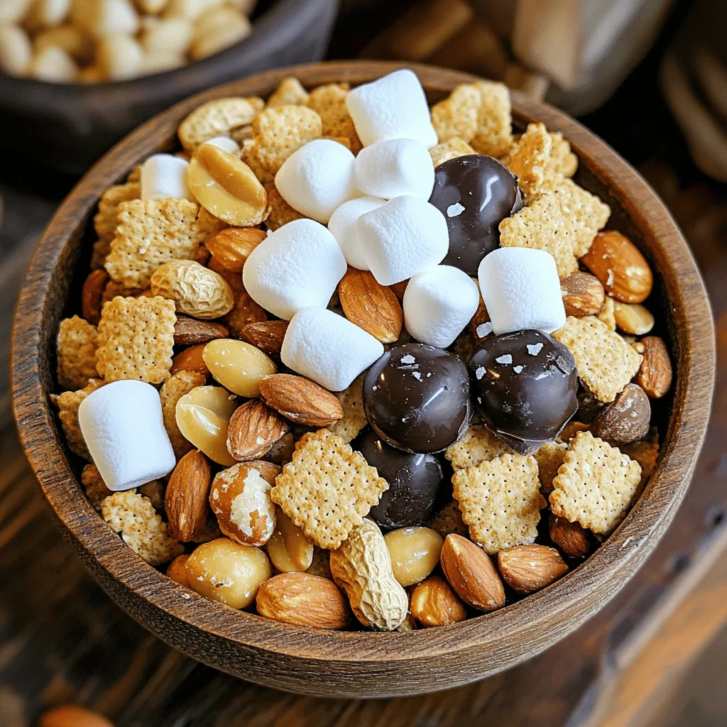 Die Hauptzutaten machen diesen Snack so lecker und knusprig. Für den S'mores Trail Mix brauchst du: - 1 Tasse zerbrochene Grahamcracker - 1 Tasse Mini-Marshmallows - 1 Tasse semi-süße Schokoladenstückchen - 1/2 Tasse mit Milchschokolade überzogene Mandeln - 1/2 Tasse geröstete Erdnüsse - 1/4 Tasse Mini-Schokoladenkekse (wie Teddy Grahams oder ähnliche) - 1/4 Teelöffel Meersalz (zum Bestreuen) Diese Zutaten ergeben eine tolle Mischung aus Süße und Knusprigkeit. Die Grahamcracker bringen die typische S'mores-Note. Marshmallows fügen eine süße, weiche Textur hinzu. Die Schokolade macht alles noch besser. Du kannst den Mix nach deinem Geschmack anpassen. Hier sind einige optionale Zutaten: - Trockenfrüchte wie Cranberries oder Aprikosen - Nüsse wie Walnüsse oder Pecannüsse - Kokosraspeln für einen tropischen Geschmack Mit diesen Zutaten kannst du neue Geschmäcker entdecken. Sei kreativ und finde deine persönliche Mischung! Gute Zutaten machen einen großen Unterschied. Achte auf diese Tipps, um die besten Zutaten auszuwählen: - Wähle frische Grahamcracker, die knusprig sind. - Kaufe hochwertige Schokolade, um den besten Geschmack zu bekommen. - Achte auf die Qualität von Nüssen und Trockenfrüchten. - Überprüfe das Haltbarkeitsdatum, um frische Zutaten zu bekommen. Mit diesen Tipps wird dein S'mores Trail Mix noch köstlicher. Du kannst die Mischung ganz einfach mit dem [Full Recipe] zubereiten. Um deinen S'mores Trail Mix zuzubereiten, folge diesen einfachen Schritten: 1. Nimm eine große Rührschüssel. 2. Gib die zerbrochenen Grahamcracker in die Schüssel. 3. Füge die Mini-Marshmallows hinzu. 4. Gib die semi-süßen Schokoladenstückchen dazu. 5. Füge die mit Milchschokolade überzogenen Mandeln hinein. 6. Gib die gerösteten Erdnüsse dazu. 7. Streue die Mini-Schokoladenkekse in die Mischung. 8. Rühre alles vorsichtig um. Achte darauf, dass sich die Zutaten gut vermischen. 9. Probiere die Mischung. Möchtest du mehr Süße? Füge mehr Schokoladenstückchen hinzu. 10. Übertrage die Mischung in einen luftdichten Behälter oder serviere sie sofort. Sei vorsichtig beim Mischen. Die zerbrochenen Grahamcracker können leicht zerbröseln. Wenn du die Mischung probierst, achte darauf, dass die Süße stimmt. Jeder hat andere Vorlieben. Du kannst die Menge an Schokolade anpassen. Das Meersalz am Ende hebt den Geschmack hervor. Es sorgt für einen tollen Kontrast. Serviere den S'mores Trail Mix in kleinen Schalen oder Tüten. So sieht es besonders einladend aus. Dies ist perfekt für Filmabende oder beim Camping. Du kannst auch eine große Schüssel auf den Tisch stellen. Vergiss nicht, das Meersalz darüber zu streuen! Es macht den Snack noch besser. Wenn du die Mischung in Tüten gibst, kannst du sie toll verschenken oder unterwegs genießen. Um die perfekte Süße zu finden, probiere die Mischung während der Zubereitung. Du kannst mehr Schokoladenstückchen hinzufügen, wenn sie nicht süß genug ist. Es ist wichtig, die Balance zwischen den süßen und salzigen Aromen zu finden. Ein wenig Meersalz hebt den Geschmack der Schokolade hervor. Das Kontrastspiel zwischen Süße und Salz macht die Mischung noch köstlicher. Um die Frische der S'mores Trail Mix zu erhalten, lagere sie in einem luftdichten Behälter. So bleibt der Geschmack länger erhalten. Bewahre die Mischung an einem kühlen, trockenen Ort auf. Vermeide direkte Sonneneinstrahlung, da die Zutaten schmelzen könnten. Wenn du die Mischung kühl hältst, bleibt sie bis zu zwei Wochen frisch. S'mores Trail Mix ist ein perfekter Snack für unterwegs. Du kannst ihn einfach in kleinen Tüten oder Behältern packen. Er passt gut zu Wanderungen, Picknicks oder Camping. Die Mischung gibt dir schnell Energie. Sie ist leicht und macht Spaß zu essen. Probiere sie auch beim nächsten Filmabend. Mit dem knusprigen und süßen Geschmack wird jeder Bissen zum Genuss. {{image_4}} Wenn du eine spezielle Diät hast, passe das Rezept an. Für Veganer kannst du pflanzliche Schokolade nutzen. Verwende auch vegane Mini-Marshmallows. Glutenfreie Grahamcracker sind eine tolle Wahl für Glutenallergiker. So bleibt der Genuss erhalten, ohne die Diät zu brechen. Einige Zutaten können Allergien auslösen. Anstelle von Erdnüssen, nutze Sonnenblumenkerne oder Kürbiskerne. Diese sind nussfrei und bieten Crunch. Wenn du Milchprodukte vermeiden möchtest, wähle dunkle oder vegane Schokolade. Diese Alternativen machen die Mischung sicher und lecker. Sei kreativ mit deiner Mischung! Füge getrocknete Früchte wie Cranberries oder Ananas hinzu. Diese sorgen für eine fruchtige Note. Du kannst auch Gewürze wie Zimt oder Vanille hinzufügen, um den Geschmack zu ändern. Experimentiere mit verschiedenen Nüssen oder Samen. So entwickelst du deinen eigenen S'mores Trail Mix. S'mores Trail Mix schmeckt am besten, wenn Sie ihn richtig lagern. Bewahren Sie ihn an einem kühlen, trockenen Ort auf. Ein Schrank oder eine Speisekammer ist ideal. Vermeiden Sie direkte Sonneneinstrahlung, da die Wärme die Schokolade schmelzen kann. Im Kühlschrank bleibt der S'mores Trail Mix frisch für etwa zwei Wochen. Wenn Sie ihn länger aufbewahren möchten, können Sie ihn auch einfrieren. Im Gefrierfach hält er bis zu drei Monate. Denken Sie daran, ihn in einem luftdichten Behälter einzufrieren, um Frostschäden zu vermeiden. Wählen Sie einen luftdichten Behälter aus Glas oder Kunststoff. Diese Behälter schützen vor Feuchtigkeit und Luft. Ein guter Behälter hält die Mischung knusprig. Kleinere Tüten sind ideal für unterwegs. So haben Sie immer einen leckeren Snack zur Hand. Ja, du kannst einige Zutaten weglassen. Zum Beispiel, wenn du keine Erdnüsse magst, lasse sie einfach weg. Du kannst auch die Mandeln durch andere Nüsse ersetzen. Wenn du weniger Süßes möchtest, verwende weniger Schokolade oder Marshmallows. Das Rezept ist flexibel und erlaubt Anpassungen. Experimentiere mit deinen Lieblingszutaten, um deinen perfekten Mix zu finden. S'mores Trail Mix bleibt in einem luftdichten Behälter bis zu zwei Wochen frisch. Wenn du es im Kühlschrank lagerst, kann es sogar länger halten. Achte darauf, dass die Mischung trocken bleibt, um Klumpen zu vermeiden. Bei der Lagerung gilt: je trockener, desto besser. Ja, es gibt gesündere Alternativen. Du kannst dunkle Schokolade verwenden, die weniger Zucker enthält. Eine andere Option sind getrocknete Früchte wie Cranberries oder Aprikosen. Sie fügen Süße und einen fruchtigen Geschmack hinzu. Nüsse oder Samen geben zusätzliche Nährstoffe und sind eine gute Wahl. So kannst du den süßen Geschmack erhalten und gleichzeitig gesünder snacken. Hier ist das Full Recipe für deinen S'mores Trail Mix. Folge den einfachen Schritten und genieße einen leckeren Snack. - Kalorien: 210 - Fett: 10 g - Kohlenhydrate: 29 g - Eiweiß: 3 g - Zucker: 15 g Diese Werte basieren auf einer Portion. Die Mischung enthält viele tolle Zutaten, die dir Energie geben. Du kannst die S'mores Trail Mix in vielen Situationen genießen: - Perfekt für einen Filmabend zu Hause. - Ein toller Snack beim Wandern oder Camping. - Als süße Überraschung in Lunchboxen für Kinder. - Eine schnelle Belohnung nach dem Sport. Die Mischung ist vielseitig und macht Spaß. Sie passt zu jedem Anlass. Zusammenfassend haben wir die Zutaten für S'mores Trail Mix besprochen. Ich habe die Zubereitung und die Tipps für die perfekte Mischung erklärt. Lagerungstipps helfen, die Frische zu bewahren, während Varianten für jeden Geschmack Ideen bieten. Denke daran, die Mischung an deine Vorlieben anzupassen. Mit den richtigen Zutaten und Techniken kannst du ganz einfach einen leckeren Snack kreieren. Viel Spaß beim Ausprobieren und Genießen deiner eigenen S'mores Trail Mix!