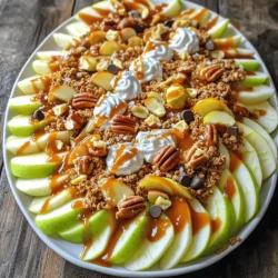 Für leckere Karamell-Apfel-Nachos brauchst du einige einfache Zutaten. Hier sind die Hauptzutaten: - 2 große Äpfel, dünn geschnitten (Fuji oder Granny Smith empfohlen) - 1 Tasse Granola (deiner Wahl) - 1/2 Tasse Karamellsauce (kaufmännisch oder selbstgemacht) - 1/4 Tasse gehackte Nüsse (Walnüsse oder Pekannüsse) - 1/4 Tasse Mini-Schokoladenstückchen - 1/4 Teelöffel gemahlener Zimt - Meersalz, zum Bestreuen (optional) - Schlagsahne, zum Beträufeln (optional) Diese Zutaten bilden die Basis für ein köstliches Dessert. Die Äpfel geben einen frischen Geschmack, während die Karamellsauce die Süße bringt. Um deinen Nachos noch mehr Geschmack zu verleihen, kannst du einige zusätzliche Toppings verwenden. Hier sind einige Vorschläge: - Kokosraspeln für einen tropischen Touch - Getrocknete Früchte für mehr Süße - Erdnussbutter für eine cremige Textur - Marzipan für einen süßen Akzent Diese Toppings fügen neue Aromen hinzu und machen das Gericht noch interessanter. Experimentiere mit verschiedenen Kombinationen, um deinen perfekten Nacho-Mix zu finden. Die Wahl der Äpfel ist entscheidend für den Geschmack deiner Nachos. Fuji-Äpfel sind süß und knackig. Sie halten gut und bieten einen tollen Biss. Granny Smith-Äpfel sind sauer und frisch. Sie geben einen schönen Kontrast zur süßen Karamellsauce. Du kannst auch andere Sorten ausprobieren, aber bleibe bei knackigen Äpfeln. So bleibt der Biss angenehm und die Nachos schmecken großartig. Zuerst wasche die Äpfel unter kaltem Wasser. Trockne sie gut ab. Entferne das Kerngehäuse. Schneide die Äpfel in dünne Scheiben. Lass die Schale dran, für mehr Geschmack. Lege die Apfelscheiben auf einen großen Teller oder ein Blatt Backpapier. So bleibt alles sauber und einfach. Jetzt kommt der spaßige Teil! Streue das Granola gleichmäßig auf die Apfelscheiben. Jede Scheibe sollte eine knusprige Schicht bekommen. Dann träufle die Karamellsauce über die Apfel-Granola-Scheiben. Sei großzügig! Danach verteile die gehackten Nüsse und die Mini-Schokoladenstückchen darüber. Das gibt einen tollen Crunch. Zum Schluss streue gemahlenen Zimt über das Ganze. Ein wenig Meersalz verstärkt den süßen Geschmack. Serviere die Karamell-Apfel-Nachos sofort. So können alle die schmelzende Karamellsauce genießen. Wenn du magst, füge einen Schuss Schlagsahne hinzu. Das macht die Nachos noch leckerer! Diese einfache Zubereitung macht großen Spaß und sieht toll aus. Du kannst die [Full Recipe] jederzeit zur Hand nehmen, wenn du mehr Details benötigst. Um die perfekten Karamell-Apfel-Nachos zu machen, gibt es einige Fehler, die du vermeiden solltest. Achte darauf, die Äpfel dünn zu schneiden. Dicke Stücke können schwer zu essen sein. Verwende frische Äpfel, damit sie knackig bleiben. Stelle sicher, dass die Karamellsauce nicht zu heiß ist. Sie sollte flüssig, aber nicht kochend sein. Ein weiterer Tipp: Arbeite schnell. Die Apfel-Nachos sollten frisch serviert werden, damit alles knusprig bleibt. Um das Karamell cremig zu halten, füge etwas Sahne hinzu, während du es erwärmst. Rühre gut um, damit die Mischung gleichmäßig wird. Wenn du Karamell aus dem Laden verwendest, wähle eine gute Marke. Du kannst auch die Karamellsauce im Wasserbad sanft erwärmen. Das hilft, die richtige Konsistenz zu erreichen, ohne sie zu verbrennen. Die Präsentation ist der Schlüssel zu einem tollen Gericht. Lege die Apfelscheiben in einem Kreis auf einen großen Teller. Das sieht schön aus und macht es einfach zu teilen. Streue Granola gleichmäßig darüber. Verwende verschiedene Toppings, um Farben und Texturen zu zeigen. Zum Schluss kannst du die Nachos mit einer Prise Meersalz bestreuen. Das hebt die Süße hervor und macht das Gericht noch leckerer. Halte die Schlagsahne in einem kleinen Behälter bereit, damit jeder nach Belieben hinzufügen kann. {{image_4}} Für vegane Karamell-Apfel-Nachos kann man die Karamellsauce leicht anpassen. Nutze statt Sahne Kokosmilch oder Mandelmilch. Achte darauf, dass das Granola keine tierischen Produkte enthält. Viele Marken bieten glutenfreies Granola an. So passt alles perfekt zusammen. Du kannst die Äpfel ganz nach deinem Geschmack wählen. Fuji und Granny Smith sind klassisch, aber probiere auch andere Sorten aus. Möchtest du etwas Neues? Mische die Nüsse. Mandeln oder Haselnüsse geben einen anderen Geschmack. Verwende Erdnussbutter anstelle der Karamellsauce für eine nussige Note. Im Herbst sind Äpfel frisch und süß. Füge im Winter einige geröstete Kastanien hinzu. Im Frühling kannst du Erdbeeren oder Himbeeren für etwas Fruchtigkeit nutzen. Im Sommer sind Pfirsiche oder Nektarinen eine tolle Ergänzung. So hast du das ganze Jahr über frische und leckere Karamell-Apfel-Nachos! Die vollständige Zubereitung findest du im Full Recipe. Karamell-Apfel-Nachos schmecken am besten frisch. Du kannst sie aber auch aufbewahren. Lege die Nachos in eine luftdichte Box. Trenne die Äpfel von der Karamellsauce, wenn möglich. So bleiben die Äpfel knusprig. Wenn du die Nachos aufbewahrst, esse sie innerhalb von zwei Tagen. Die Haltbarkeit der Zutaten kann variieren. Äpfel bleiben im Kühlschrank bis zu einer Woche frisch. Granola hat meist eine längere Haltbarkeit, oft mehrere Monate. Karamellsauce hält sich im Kühlschrank bis zu einem Monat. Nüsse bleiben gut, solange sie kühl und trocken sind. Äpfel neigen dazu, schnell braun zu werden. Um dies zu verhindern, kannst du sie mit Zitronensaft besprühen. Das hilft, die Farbe zu bewahren. Du kannst die Apfelscheiben auch in Wasser mit etwas Zitronensaft einlegen, bis du bereit bist, sie zu verwenden. So bleiben sie frisch und lecker. Um Karamellsauce selbst zu machen, brauchst du nur drei Zutaten: Zucker, Butter und Sahne. Erhitze eine Tasse Zucker in einem Topf bei mittlerer Hitze. Rühre mit einem Holzlöffel, bis der Zucker schmilzt. Achte darauf, dass er nicht anbrennt. Wenn der Zucker goldbraun ist, füge 6 Esslöffel Butter hinzu und rühre gut um. Nach ein paar Minuten füge 1/2 Tasse Sahne hinzu. Rühre weiter, bis alles gut vermischt ist. Lass die Sauce etwas abkühlen, bevor du sie verwendest. So bekommst du eine leckere, selbstgemachte Karamellsauce für deine Karamell-Apfel-Nachos. Ja, du kannst Karamell-Apfel-Nachos im Voraus zubereiten, aber es gibt einige Dinge zu beachten. Schneide die Äpfel nicht zu früh, da sie schnell braun werden. Du kannst die Karamellsauce und die anderen Toppings vorbereiten. Bewahre alles in separaten Behältern im Kühlschrank auf. Wenn du bereit bist zu servieren, schichte alles schnell auf einem Teller. So bleiben die Äpfel frisch und knackig. Es gibt viele Früchte, die gut zu Karamell-Apfel-Nachos passen. Hier sind einige Ideen: - Birnen: Sie sind süß und saftig. - Bananen: Sie bringen eine cremige Textur. - Erdbeeren: Sie fügen einen frischen, fruchtigen Geschmack hinzu. - Ananas: Sie bringen eine tropische Note. Experimentiere mit verschiedenen Früchten, um deinen perfekten Snack zu finden! Karamell-Apfel-Nachos sind ein toller Snack, den du leicht machen kannst. Wir haben die wichtigsten Zutaten, die besten Tipps und viele Variationen besprochen. Denk daran, frische Äpfel zu wählen und die Karamellsauce selbst zu machen. Experimentiere mit neuen Toppings und achte auf die Lagerung. Diese einfachen Hinweise helfen dir, tolle Ergebnisse zu erzielen. Jetzt kannst du diese leckeren Nachos genießen und teilen!