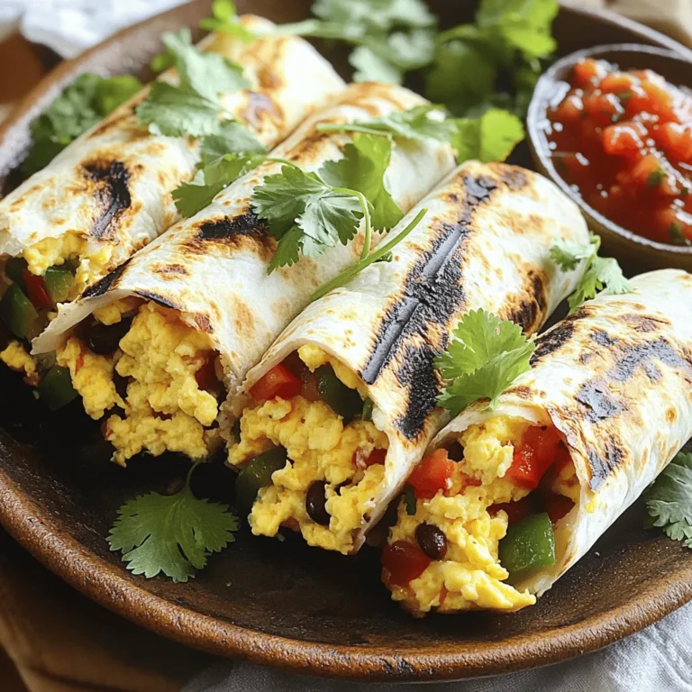 Hier sind die Zutaten für die Frühstücksburritos: - 4 große Weizentortillas - 6 große Eier - 1 Tasse geriebener Käse (Cheddar oder eine mexikanische Käsemischung) - 1 Tasse gekochte schwarze Bohnen (aus der Dose oder selbstgemacht) - 1 kleine rote Paprika, gewürfelt - 1 kleine grüne Paprika, gewürfelt - 1 kleine Zwiebel, gewürfelt - 1 Teelöffel Olivenöl - 1 Teelöffel gemahlener Kreuzkümmel - 1 Teelöffel Knoblauchpulver - Salz und Pfeffer nach Geschmack - Frischer Koriander, gehackt (zur Garnitur) - Salsa oder scharfe Soße (zum Servieren) Ich empfehle, frische Zutaten auf dem lokalen Markt zu kaufen. Dort findest du oft die besten Gemüse. Achte auf frische, knackige Paprika und Zwiebeln. Die Eier sollten frisch sein, um den besten Geschmack zu erzielen. Wenn du Käse kaufst, wähle eine Sorte, die gut schmilzt, wie Cheddar oder eine mexikanische Mischung. Diese Zutaten findest du auch in Supermärkten, die auf frische Lebensmittel spezialisiert sind. Die Hauptzutaten bieten viele Nährstoffe: - Eier: Hoch in Protein, gut für den Muskelaufbau. - Schwarze Bohnen: Reich an Ballaststoffen, gut für die Verdauung. - Paprika: Fülle deinen Körper mit Vitamin C und Antioxidantien. - Käse: Bietet Kalzium für starke Knochen. Diese Burritos sind nicht nur lecker, sondern auch nahrhaft. Sie geben dir die Energie, die du für den Tag brauchst. Bereite sie mit frischen, gesunden Zutaten zu, um das Beste herauszuholen. Du kannst die vollständige Anleitung im Full Recipe finden. Zuerst sammeln wir alle Zutaten. Du brauchst: - 4 große Weizentortillas - 6 große Eier - 1 Tasse geriebener Käse (Cheddar oder eine mexikanische Käsemischung) - 1 Tasse gekochte schwarze Bohnen (aus der Dose oder selbstgemacht) - 1 kleine rote Paprika, gewürfelt - 1 kleine grüne Paprika, gewürfelt - 1 kleine Zwiebel, gewürfelt - 1 Teelöffel Olivenöl - 1 Teelöffel gemahlener Kreuzkümmel - 1 Teelöffel Knoblauchpulver - Salz und Pfeffer nach Geschmack - Frischer Koriander, gehackt (zur Garnitur) - Salsa oder scharfe Soße (zum Servieren) Sorge dafür, dass alles frisch ist. Die frischen Zutaten sorgen für den besten Geschmack. Jetzt kommen wir zum Kochen. Erhitze das Olivenöl in einer großen Pfanne bei mittlerer Hitze. Gib die gewürfelte Zwiebel und die Paprika in die Pfanne. Brate sie etwa 5 Minuten an, bis sie weich sind. Rühre ab und zu um. In einer Schüssel verquirlst du die Eier mit Kreuzkümmel, Knoblauchpulver, Salz und Pfeffer. Gieße die Eier in die Pfanne zu den Gemüse. Rühre vorsichtig, bis die Eier fest, aber noch cremig sind. Füge die gekochten schwarzen Bohnen und den geriebenen Käse hinzu. Mische alles gut, bis der Käse schmilzt. Jetzt ist es Zeit, die Burritos zusammenzustellen. Erwärme die Tortillas in einer separaten, trockenen Pfanne für etwa 30 Sekunden auf jeder Seite. Lege eine gute Portion der Eimischung in die Mitte jeder Tortilla. Klappe die Seiten über die Füllung und rolle den Burrito von unten nach oben ein, um ihn zu schließen. Wiederhole dies mit den restlichen Tortillas und der Füllung. Wenn du magst, kannst du die Burritos in der Pfanne grillen. Das gibt ihnen eine knusprige Außenseite. Erhitze die Burritos für etwa 2-3 Minuten auf jeder Seite. Das sorgt für einen leckeren Crunch! Jetzt sind deine Frühstücksburritos bereit. Du kannst sie diagonal schneiden und mit frischem Koriander garnieren. Serviere sie mit Salsa oder scharfer Soße. Das Rezept ist einfach und macht dein Frühstück besonders! Du findest das vollständige Rezept unter dem Titel "Morgen Sonnenstrahlen Frühstücksburritos". Um die besten Tex-Mex-Flavors zu erhalten, nutze frische Zutaten. Frische Paprika und Zwiebeln bringen mehr Geschmack. Auch die Gewürze sind wichtig. Verwende Kreuzkümmel und Knoblauchpulver großzügig. Diese Gewürze geben einen tollen Geschmack. Füge einen Spritzer Limettensaft hinzu, um die Aromen zu heben. Experimentiere mit frischem Koriander für eine leckere Note. Ein häufiger Fehler ist, die Eier zu lange zu kochen. Sie sollten weich und cremig bleiben. Achte darauf, die Tortillas nicht zu überhitzen. Sie sollten warm und geschmeidig sein, aber nicht knusprig. Ein weiterer Fehler ist, die Burritos zu voll zu machen. Halte die Füllung in Maßen, damit du sie gut rollen kannst. Wenn du sie zu fest füllst, reißen sie leicht. Wenn du die klassischen Zutaten ändern möchtest, gibt es viele Optionen. Nutze statt Eier eine Mischung aus Tofu für eine vegane Variante. Ersetze schwarze Bohnen durch Kidneybohnen oder Linsen. Du kannst auch verschiedene Käsesorten ausprobieren, wie Feta oder Ziegenkäse. Für mehr Geschmack füge Jalapeños oder Avocado hinzu. Diese Alternativen machen die Burritos spannend und lecker. {{image_4}} Um eine vegetarische Version der Frühstücksburritos zu machen, lasse die Eier weg und nutze mehr Gemüse. Du kannst zum Beispiel Spinat, Zucchini oder Pilze hinzufügen. Diese Gemüsesorten geben den Burritos Geschmack und Nährstoffe. Denke daran, die Bohnen als Proteinquelle zu behalten. Sie machen die Burritos sättigender und lecker. Du kannst die Burritos ganz nach deinem Geschmack anpassen. Hier sind einige Ideen für zusätzliche Füllungen: - Avocado oder Guacamole für Cremigkeit - Salsa für einen frischen Kick - Jalapeños für mehr Schärfe - Rote Zwiebeln für einen süßlichen Geschmack - Mais für eine süße Note Jede Füllung bringt neuen Geschmack. Experimentiere und finde deine Lieblingskombination! Die Gewürze machen einen großen Unterschied. Du kannst mit verschiedenen Gewürzen arbeiten, um den Geschmack zu verändern. Zum Beispiel: - Paprika für eine rauchige Note - Chili-Pulver für mehr Schärfe - Oregano für einen mediterranen Touch Mit diesen Gewürzen kannst du die Burritos an verschiedene Küchen anpassen. Du kannst auch frisch gehackten Koriander für mehr Frische hinzufügen. Für das genaue Rezept und die Zubereitung schaue dir das Full Recipe an. Diese Variationen geben dir viele Möglichkeiten, um deine Frühstücksburritos zu genießen! Um deine Frühstücksburritos frisch zu halten, lege sie in einen luftdichten Behälter. Stelle sicher, dass sie gut verpackt sind. So bleiben sie saftig und lecker. Du kannst sie auch in Alufolie wickeln. Das schützt sie vor dem Austrocknen. Lagere die Burritos im Kühlschrank, wenn du sie innerhalb von 3 bis 4 Tagen essen willst. Um die Burritos aufzuwärmen, nutze eine Mikrowelle oder eine Pfanne. In der Mikrowelle dauert es etwa 1 bis 2 Minuten. Wickel die Burritos in ein feuchtes Papiertuch. So bleiben sie nicht trocken. In der Pfanne erhitzt du sie bei mittlerer Hitze für 5 bis 7 Minuten. Wende sie regelmäßig, damit sie gleichmäßig warm werden. Die Burritos halten sich im Kühlschrank für 3 bis 4 Tage. Wenn du sie länger aufbewahren möchtest, friere sie ein. In einem Gefrierbeutel bleiben sie bis zu 3 Monate frisch. Du kannst sie direkt aus dem Gefrierfach aufwärmen. Achte darauf, sie gut zu verpacken, damit kein Frost eintreten kann. Verwende Reste kreativ; mache einen Burrito-Auflauf oder schneide die Burritos klein für einen leckeren Salat. Du kannst Eier durch Tofu ersetzen. Tofu hat eine ähnliche Textur. Zerbrich ihn in kleine Stücke und brate ihn in der Pfanne. Füge Gemüse wie Paprika und Zwiebeln hinzu. Würze mit Salz, Pfeffer und etwas Kurkuma. So erhältst du eine leckere, ei-freie Füllung. Du kannst auch Avocado oder Hummus für eine cremige Konsistenz nutzen. Das macht deinen Burrito nahrhaft und schmackhaft. Ja, die Burritos können sehr gut eingefroren werden. Wickel sie fest in Folie oder Packpapier ein. So bleiben sie frisch. Du kannst sie bis zu drei Monate im Gefrierfach aufbewahren. Wenn du sie essen möchtest, taue sie im Kühlschrank auf. Erhitze sie dann in der Mikrowelle oder Pfanne. So sind sie schnell wieder warm und lecker. Wenn du keinen Käse magst, gibt es viele Alternativen. Du kannst pflanzlichen Käse verwenden. Eine andere Option ist, Guacamole oder Avocado zu verwenden. Diese geben eine cremige Textur. Auch Salsa oder Joghurt sind gute Optionen. Diese bringen Frische und Geschmack in deinen Burrito. Experimentiere mit verschiedenen Zutaten, um deinen perfekten Burrito zu finden. Für mehr Details schaue dir auch das [Full Recipe] an. In diesem Artikel haben wir die besten Zutaten für Frühstücksburritos gefunden. Wir haben besprochen, wo man sie kauft und ihre Nährstoffe. Ich habe auch eine einfache Anleitung gegeben, vom Vorbereiten bis zum Grillen. Tipps helfen, Fehler zu vermeiden, und Variationen bringen frischen Wind hinein. Zum Schluss fanden wir heraus, wie man Burritos lagert und aufwärmt. Gestalte dein Frühstück spannend und lecker. Mit diesen Tipps und Tricks bist du vorbereitet!