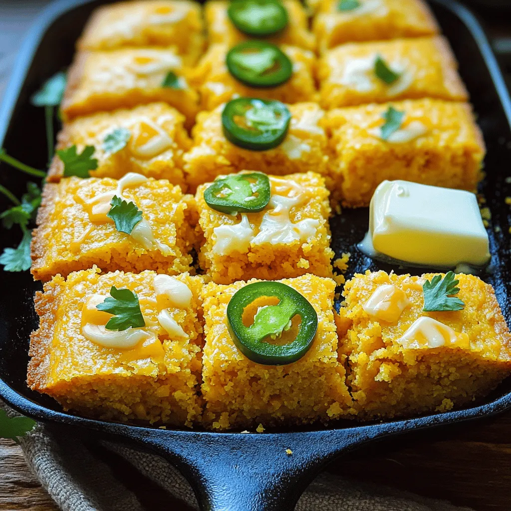 - 1 Tasse Maismehl - 1 Tasse Weizenmehl - 1 Esslöffel Backpulver - ½ Teelöffel Salz Die Hauptzutaten sind wichtig für die Basis des Brotes. Maismehl gibt dem Brot einen süßen Geschmack. Weizenmehl sorgt für die Struktur. Backpulver hilft beim Aufgehen. Salz hebt den Geschmack hervor. - 1 Tasse Buttermilch - ¼ Tasse ungesalzene Butter, geschmolzen - 2 große Eier Feuchte Zutaten machen das Brot weich und saftig. Buttermilch fügt einen tollen Geschmack hinzu. Geschmolzene Butter sorgt für Reichtum. Eier binden alles zusammen und geben Stabilität. - 1 Tasse geriebener scharfer Cheddar-Käse - 2-3 Jalapeños, fein gehackt (Kerne entfernen für weniger Schärfe) - 1 Esslöffel Honig (optional) Die Füllung macht das Brot besonders lecker. Cheddar-Käse bringt einen herzhaften Geschmack. Jalapeños fügen einen scharfen Kick hinzu. Honig ist eine süße Option, die gut mit der Schärfe harmoniert. Du kannst das Ganze nach deinem Geschmack anpassen. Für das vollständige Rezept schaue dir die [Full Recipe] an. Heizen Sie den Ofen auf 200°C vor. Das ist wichtig, um die perfekte Textur zu erreichen. Fetten Sie eine 20 cm große quadratische Backform oder eine gusseiserne Pfanne ein. So wird das Brot später leicht herausrutschen. Nehmen Sie eine große Rührschüssel. Kombinieren Sie das Maismehl, Weizenmehl, Backpulver und Salz. Verwenden Sie einen Schneebesen, um alles gründlich zu vermengen. Achten Sie darauf, dass keine Klumpen bleiben. Dies sorgt für ein gleichmäßiges Backen. In einer separaten Schüssel verrühren Sie die Buttermilch, die geschmolzene Butter und die Eier. Rühren Sie gut, bis alles eine glatte Mischung ergibt. Fügen Sie diese feuchten Zutaten nach und nach zu den trockenen Zutaten hinzu. Mischen Sie vorsichtig, bis alles gerade so vermischt ist. Übermischen Sie nicht, um die Konsistenz luftig zu halten. Jetzt kommt der beste Teil! Falten Sie den geriebenen Cheddar-Käse und die gehackten Jalapeños vorsichtig unter den Teig. Wenn Sie es etwas milder mögen, entfernen Sie die Kerne der Jalapeños. Gießen Sie den Teig in die vorbereitete Backform und glätten Sie die Oberseite mit einem Spatel. Backen Sie das Brot 20-25 Minuten lang. Überprüfen Sie die Backzeit mit einem Zahnstocher. Er sollte sauber herauskommen, wenn das Brot fertig ist. Lassen Sie das Maisbrot nach dem Backen einige Minuten abkühlen. So lässt es sich besser schneiden. Genießen Sie es warm! Für das beste Ergebnis, servieren Sie es mit Butter oder Sauerrahm. Wenn Sie mehr Details möchten, können Sie die [Full Recipe] einsehen. Um die beste Textur zu erreichen, rühren Sie nicht zu lange. Mischen Sie die Zutaten nur so lange, bis sie gerade verbunden sind. Wenn Sie zu lange rühren, wird das Brot fest und trocken. Finden Sie die richtige Balance zwischen feucht und trocken. Ein guter Teig sollte leicht und locker sein. Achten Sie darauf, dass die Buttermilch und die Butter gut gemischt sind, um eine gleichmäßige Feuchtigkeit zu gewährleisten. Experimentieren Sie mit verschiedenen Käsesorten. Gouda oder Monterey Jack passen gut zu Jalapeños. Sie können auch zusätzliche Gewürze oder Kräuter hinzufügen, um den Geschmack zu variieren. Zum Beispiel passen frischer Koriander oder getrockneter Oregano gut zu diesem Brot. Diese kleinen Änderungen machen einen großen Unterschied im Geschmack. Servieren Sie Jalapeno Cheddar Cornbread am besten warm. Ein Stück Butter oder ein Klecks Sauerrahm darauf macht es noch köstlicher. Diese Kombination bringt die Aromen gut zur Geltung. Wenn Sie es warm servieren, schmeckt es am besten. Die Wärme verstärkt den Käsegeschmack und die Schärfe der Jalapeños. {{image_4}} Für eine vegane Version des Jalapeno Cheddar Cornbread kannst du pflanzliche Alternativen verwenden. Ersetze die Butter durch Kokosöl oder vegane Margarine. Statt der Buttermilch nimm Pflanzenmilch mit einem Schuss Essig. Verwende Leinsamen oder Chiasamen als Ei-Ersatz. Einfach zwei Esslöffel Leinsamen mit sechs Esslöffeln Wasser mischen und quellen lassen. Das gibt dir eine gute Bindung. Für eine glutenfreie Variante musst du das Weizenmehl anpassen. Nutze eine glutenfreie Mehlmischung, die für Backwaren geeignet ist. Achte darauf, dass die Mischung auch Bindemittel wie Xanthan enthält. So bleibt die Textur luftig und der Geschmack bleibt gleich. Die Zubereitung bleibt gleich, sodass du dein Lieblingsrezept leicht umwandeln kannst. Um den Schärfegrad anzupassen, variierst du die Menge an Jalapeños. Weniger Jalapeños machen das Brot milder. Wenn du mehr Schärfe magst, füge weitere Jalapeños hinzu oder probiere andere scharfe Paprika wie Serrano oder Habanero. Das bringt neue Aromen und macht das Brot spannend. Um Jalapeno Cheddar Cornbread richtig zu lagern, lassen Sie es zuerst abkühlen. Schneiden Sie das Brot in Stücke. Wickeln Sie jedes Stück in Frischhaltefolie oder legen Sie es in einen luftdichten Behälter. Dadurch bleibt das Brot frisch und saftig. Im Kühlschrank hält sich das Brot etwa 3 bis 5 Tage. Achten Sie darauf, dass es nicht zu lange steht, da es sonst austrocknen kann. Um das Brot einzufrieren, schneiden Sie es in Stücke. Legen Sie die Stücke in einen luftdichten Behälter oder verwenden Sie Gefrierbeutel. Stellen Sie sicher, dass Sie die Luft so gut wie möglich herausdrücken. So vermeiden Sie Gefrierbrand. Zum Auftauen legen Sie die gefrorenen Stücke einfach in den Kühlschrank. Lassen Sie sie dort über Nacht. Alternativ können Sie die Stücke auch direkt in der Mikrowelle aufwärmen. Achten Sie darauf, sie nicht zu lange zu erhitzen, damit sie nicht trocken werden. Es gibt viele kreative Möglichkeiten, übrig gebliebenes Brot zu nutzen. Sie können es zu einem herzhaften Frühstücksauflauf verarbeiten. Schneiden Sie das Brot in Würfel und mischen Sie es mit Eiern und Milch. Sie können auch kleine Stücke in einer Suppe oder einem Eintopf verwenden. Das gibt einen tollen Geschmack. Eine andere Idee ist, das Brot zu Röststücken zu verarbeiten. Einfach die Reste mit etwas Öl und Gewürzen im Ofen rösten. Für Rezepte mit Resten können Sie nach Ideen suchen, die Sie inspirieren. Ihr Jalapeno Cheddar Cornbread wird so zum neuen Favoriten in der Küche! Um die Schärfe von Jalapeños zu steuern, entfernen Sie die Kerne und das Innere. Das reduziert die Hitze. Wenn Sie es noch milder möchten, können Sie auch Paprika verwenden. Diese sind süß und bringen keinen Schärfekick. Ja, Sie können verschiedene Käsesorten ausprobieren. Monterey Jack oder Gouda sind beliebte Alternativen. Diese Käsesorten schmelzen gut und geben dem Brot einen anderen Geschmack. Denken Sie daran, dass der Geschmack sich ändern kann, wenn Sie den Käse wechseln. Im Kühlschrank bleibt Jalapeno Cheddar Cornbread etwa 3 bis 5 Tage frisch. Achten Sie darauf, es gut einzuwickeln. Im Gefrierschrank hält es bis zu 3 Monate. Wenn es schlecht riecht oder schimmelig aussieht, entsorgen Sie es. Dieses Brot passt gut zu Chili oder Suppe. Auch ein frischer Salat ist eine tolle Beilage. Für Getränke empfehle ich ein kaltes Bier oder einen süßen Eistee. Die Zubereitung von Jalapeño Cheddar Cornbread ist einfach und macht Spaß. Wir haben die Hauptzutaten, die Zubereitung und Tipps für Variationen behandelt. Denke daran, die Textur zu optimieren und verschiedene Käsesorten auszuprobieren. Du kannst auch Reste kreativ nutzen. Dieses Rezept bietet reichlich Möglichkeiten, um es deiner Familie und Freunden schmackhaft zu machen. Probiere aber auch die Lagerungstipps, um die Frische zu bewahren. Lass deiner Kreativität freien Lauf und genieße jeden Bissen dieses leckeren Brotes!