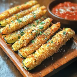 - 2 mittelgroße Zucchini - 1 Tasse Paniermehl (Panko empfohlen) - 1/2 Tasse frisch geriebener Parmesan - 1 Teelöffel Knoblauchpulver - 1 Teelöffel Zwiebelpulver - 1/2 Teelöffel Paprika - Salz und Pfeffer nach Geschmack - 2 große Eier, verquirlt - Kochspray oder Olivenöl zum Beträufeln Um die besten Zucchini-Stäbchen zu machen, wähle frische, feste Zucchini. Sie sollten gleichmäßig groß sein. Diese Zucchini sind die Basis für den köstlichen Snack. Panko sorgt für extra Knusprigkeit. Parmesan gibt einen tollen Geschmack. Die Gewürze sind wichtig für das Aroma. Knoblauch- und Zwiebelpulver bringen Tiefe. Paprika fügt eine sanfte Süße hinzu. Salz und Pfeffer runden alles ab. Die Eier helfen, die Panade zu halten. Kochspray oder Olivenöl sorgen für eine goldene Farbe. Diese Zutaten machen die Zucchini-Stäbchen einfach, aber lecker. Wenn Sie mehr über die Zubereitung erfahren möchten, schauen Sie sich das Full Recipe an. - Ofen auf 220°C (425°F) vorheizen - Backblech mit Backpapier auslegen Zuerst heize deinen Ofen auf 220°C (425°F) vor. Dies sorgt dafür, dass die Zucchini-Stäbchen gleichmäßig knusprig werden. Lege ein Backblech mit Backpapier aus. Das hilft dir bei der Reinigung später und verhindert, dass die Stäbchen festkleben. - Paniermehl und Gewürze vermischen Jetzt ist es an der Zeit, die Paniermischung zu machen. In einer flachen Schüssel vermische 1 Tasse Paniermehl mit 1/2 Tasse frisch geriebenem Parmesan, 1 Teelöffel Knoblauchpulver, 1 Teelöffel Zwiebelpulver, 1/2 Teelöffel Paprika, Salz und Pfeffer nach Geschmack. Mische alles gut. So verteilen sich die Gewürze gleichmäßig im Paniermehl. - Zucchini in Eier tauchen und in die Paniermischung rollen - Zucchini-Stäbchen auf das Backblech legen Nimm die Zucchini-Stäbchen und tauche sie in 2 verquirlte Eier. Lass das überschüssige Ei abtropfen. Danach rolle die Zucchini-Stäbchen in der Paniermischung. Drücke sie leicht an, damit die Panade gut haftet. Lege die panierten Stäbchen in einer einzigen Schicht auf das Backblech. Achte darauf, dass sie sich nicht berühren. So werden sie schön knusprig. Um sicherzustellen, dass deine Zucchini-Stäbchen knusprig werden, solltest du Panko verwenden. Panko ist grober und sorgt für eine bessere Textur. Normales Paniermehl kann weniger knusprig sein. Sprühe auch Kochspray oder träufle Olivenöl über die Stäbchen, bevor du sie backst. Dadurch erhalten sie eine goldene Farbe und eine knusprige Oberfläche. Wende die Zucchini-Stäbchen zur Hälfte der Backzeit. So werden sie gleichmäßig knusprig und garen besser. Die Ober- und Unterseite bekommen die gleiche Hitze. Dies hilft, dass keine Stelle weich bleibt. Lass die Zucchini-Stäbchen nach dem Backen etwas abkühlen. Dadurch wird der Genuss noch besser. Sie werden fester und behalten ihre Form. Wenn du sie sofort isst, können sie weich werden. Ein paar Minuten Geduld lohnt sich! {{image_4}} Um den Geschmack zu verändern, füge italienische Gewürze hinzu. Oregano und Basilikum passen gut zu den Zucchini. Für eine scharfe Note kannst du scharfe Paprika verwenden. Diese Gewürze bringen Frische und Tiefe in jedes Bissen. Experimentiere mit verschiedenen Kombinationen, um deinen perfekten Geschmack zu finden. Wenn du keinen Parmesan magst, gibt es tolle Alternativen. Mozzarella oder Gouda sind gute Optionen. Diese Käsesorten schmelzen gut und verleihen den Zucchini-Stäbchen eine andere Textur. Sie sind milder im Geschmack, was sie ideal für Kinder macht. Die Zucchini-Stäbchen sind nicht die einzige Wahl. Probiere auch Auberginen oder Süßkartoffeln aus. Diese Gemüsesorten haben verschiedene Geschmäcker und Texturen. So bleibt das Gericht spannend und du kannst neue Kombinationen entdecken. Die Zucchini-Stäbchen sind einfach zuzubereiten und lecker. Nach dem Backen ist es wichtig, sie richtig zu lagern. Lassen Sie die Zucchini-Stäbchen vollständig abkühlen. Dies verhindert, dass sie matschig werden. Wenn sie warm sind, können sie Feuchtigkeit freisetzen. Bewahren Sie die abgekühlten Stäbchen in einem luftdichten Behälter auf. So bleiben sie frisch. Die Zucchini-Stäbchen halten sich im Kühlschrank etwa drei Tage. Für die besten Ergebnisse erwärmen Sie die Stäbchen im Ofen oder in der Luftfritteuse. Stellen Sie den Ofen auf 190°C (375°F). Backen Sie die Stäbchen für etwa 10 Minuten. In der Luftfritteuse erhitzen Sie sie bei 180°C (350°F) für 5 bis 7 Minuten. So bleiben sie knusprig und lecker. Die restlichen Zucchini-Stäbchen sind im Kühlschrank bis zu drei Tage haltbar. Lagere sie in einem luftdichten Behälter. So bleiben sie frisch und lecker. Du kannst sie auch auf einem Teller abgedeckt aufbewahren. Das hilft, die Feuchtigkeit zu halten und die Stäbchen knusprig zu halten. Ja, du kannst die Zucchini-Stäbchen einfrieren. Lasse sie zuerst vollständig abkühlen. Lege sie dann in einen Gefrierbeutel oder einen luftdichten Behälter. Wenn du sie wieder aufwärmen möchtest, lege sie auf ein Backblech und backe sie bei 200°C für etwa 10-15 Minuten. So werden sie wieder knusprig. Ja, du kannst die Zucchini-Stäbchen auch ohne Eier zubereiten. Verwende stattdessen einen pflanzlichen Joghurt oder eine Mischung aus Wasser und Maisstärke. Diese Alternativen helfen der Panade, gut zu haften. Das macht die Zubereitung vegan und trotzdem lecker. Das Rezept für Crispy Baked Zucchini Fries hat seine Wurzeln in der modernen amerikanischen Küche. Es ist eine gesunde Variante von klassischen Pommes. Hier findest du die „Full Recipe“, die dir hilft, diese köstlichen Zucchini-Stäbchen einfach zuzubereiten. Wenn du die leckeren Zucchini-Stäbchen zubereitest, verwende frische Zutaten. Du bereitest sie in wenigen Schritten zu und kannst kreativ mit Gewürzen und Käsesorten sein. Denk daran, sie gut abkühlen zu lassen, um den besten Geschmack zu genießen. Die Lagerung ist einfach, und sie bleiben frisch. Jetzt bist du bereit, deine eigenen, knusprigen Zucchini-Stäbchen zu machen! Experimentiere mit den Varianten und genieße dein Gericht jederzeit.