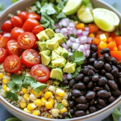 Für diesen Salat brauchst du frische und nahrhafte Zutaten. Hier ist eine Liste der Hauptzutaten: - 1 Tasse Quinoa, gut abgespült - 2 Tassen Gemüsebrühe - 1 Dose (15 oz) schwarze Bohnen, abgespült und abgetropft - 1 Tasse Kirschtomaten, halbiert - 1 Avocado, gewürfelt - 1 Tasse Mais (frisch, gefroren oder aus der Dose) - 1 Paprika (rot oder gelb), gewürfelt - 1/4 Tasse rote Zwiebel, fein gehackt - 1/2 Tasse frischer Koriander, gehackt Diese Zutaten geben deinem Salat Farbe und Geschmack. Quinoa ist eine tolle Proteinquelle. Die Bohnen und das Gemüse bringen viele Vitamine mit. Die Gewürze und das Dressing machen den Salat besonders lecker. Hier sind die Zutaten: - Saft von 2 Limetten - 2 Esslöffel Olivenöl - 1 Teelöffel gemahlener Kreuzkümmel - 1/2 Teelöffel Chili-Pulver - Salz und Pfeffer nach Geschmack Der Limettensaft bringt Frische. Olivenöl gibt gesunde Fette. Kreuzkümmel und Chili-Pulver sorgen für einen tollen Geschmack. Frische Zutaten sind der Schlüssel. Wenn du keine Kirschtomaten hast, kannst du normale Tomaten nehmen. Die Avocado kann auch weggelassen werden, wenn du magst. Für die Bohnen kannst du auch Kichererbsen verwenden. Sie sind ebenfalls proteinreich und lecker. Wenn du es schärfer magst, füge mehr Chili-Pulver hinzu. Diese Flexibilität macht das Rezept einfach und schnell. So kannst du deinen eigenen Geschmack einbringen. Du findest das vollständige Rezept [hier](#). Zuerst musst du die Quinoa gut abspülen. Das entfernt Bitterstoffe. Nimm dann einen mittelgroßen Topf. Gib die abgespülte Quinoa und die Gemüsebrühe hinein. Bring die Mischung zum Kochen. Reduziere die Hitze, decke den Topf ab und lasse es 15 Minuten köcheln. Die Quinoa ist fertig, wenn sie die Flüssigkeit aufgenommen hat. Nimm den Topf vom Herd und lasse die Quinoa abkühlen. In einer großen Schüssel vermischst du die schwarzen Bohnen, Kirschtomaten und die gewürfelte Avocado. Füge dann den Mais, die gewürfelte Paprika und die rote Zwiebel hinzu. Vergiss nicht, den frischen Koriander zu hacken und die Mischung damit zu versehen. Diese Mischung bringt den Salat lebendig und bunt. Jetzt ist es Zeit für das Dressing. Nimm eine kleine Schüssel und gib den Limettensaft, das Olivenöl, den gemahlenen Kreuzkümmel und das Chili-Pulver hinein. Rühre alles gut um. Jetzt kannst du die abgekühlte Quinoa mit einer Gabel auflockern. Füge die Quinoa zur großen Schüssel mit dem Gemüse hinzu. Gieße das Dressing darüber und vermenge alles vorsichtig. Schmecke es ab und adjustiere die Würze nach deinem Geschmack. Lasse den Salat mindestens 30 Minuten im Kühlschrank. So ziehen die Aromen gut durch. Du kannst das vollständige Rezept für mehr Details einsehen. Um den Geschmack deines mexikanischen Quinoa-Salats zu verbessern, achte auf frische Zutaten. Frische Limetten und Koriander bringen mehr Aroma. Du kannst auch etwas Knoblauch und frische Jalapeños für Schärfe hinzufügen. Experimentiere mit verschiedenen Gemüsesorten wie Zucchini oder Radieschen. Ein Spritzer Essig kann die Aromen aufpeppen und die Frische betonen. Ein häufiger Fehler ist, die Quinoa nicht genug abzuspülen. Dadurch kann der Salat bitter schmecken. Achte darauf, die Quinoa vor dem Kochen gründlich zu spülen. Auch das Dressing sollte gut vermischt werden, damit jeder Biss gleichmäßig gewürzt ist. Wenn du den Salat zu früh servierst, können die Aromen nicht gut durchziehen. Lass ihn mindestens 30 Minuten im Kühlschrank stehen. Präsentiere den Salat in einer großen Schüssel für einen bunten Blickfang. Garniere ihn mit frischem Koriander und Limettenvierteln. Das sorgt für Farbe und Frische. Du kannst den Salat auch in Salatblätter einwickeln, um eine kreative Portionierung zu ermöglichen. Eine schöne Schüssel macht den Salat noch einladender. Für mehr Crunch kannst du Tortilla-Chips dazu reichen. {{image_4}} Du kannst diesen Salat leicht vegan und glutenfrei machen. Quinoa ist von Natur aus glutenfrei. Um sicherzustellen, dass dein Salat vegan bleibt, verwende kein Feta, sondern vielleicht einen veganen Käse oder einfach mehr Avocado. So bleibt alles frisch und lecker. Feta verleiht dem Salat einen salzigen, cremigen Geschmack. Wenn du Feta magst, füge 1/2 Tasse zerbröckelten Feta hinzu. Das passt gut zu den anderen Zutaten. Wenn du mehr Textur willst, kannst du auch zusätzliche Avocado verwenden. Das macht den Salat noch cremiger und sättigender. Das Dressing ist wichtig für den Geschmack. Du kannst variieren! Probiere ein Limetten-Koriander-Dressing. Mische dafür Limettensaft, Olivenöl und frischen Koriander. Ein Joghurt-Dressing bringt Frische. Mische einfach Naturjoghurt mit Limettensaft und etwas Kreuzkümmel. Experimentiere und finde dein Lieblingsdressing! Für das komplette Rezept, schau dir [Full Recipe] an. Der mexikanische Quinoa-Salat bleibt im Kühlschrank etwa 3 bis 5 Tage frisch. Achte darauf, ihn in einem luftdichten Behälter zu lagern. Wenn der Salat einen unangenehmen Geruch hat oder die Farben verblassen, ist es Zeit, ihn wegzuwerfen. Um den Salat frisch zu halten, folge diesen Tipps: - Verwende einen luftdichten Behälter. - Trenne das Dressing vom Salat, bis du bereit bist, ihn zu essen. - Kühle den Salat sofort nach dem Zubereiten. Diese Methoden helfen, die Frische der Zutaten zu bewahren. Du kannst die Quinoa und das Gemüse auch separat aufbewahren, um die Textur zu schützen. Einfrieren ist nicht die beste Methode für Quinoa-Salat. Die Textur von frischem Gemüse kann beim Auftauen leiden. Wenn du dennoch einfrieren möchtest, lagere nur die Quinoa. Du kannst das Gemüse frisch hinzufügen, wenn du bereit bist, den Salat zu genießen. Dies sorgt für einen knusprigen Geschmack und eine tolle Präsentation. Für das vollständige Rezept, schau dir die [Full Recipe] an. Um Quinoa perfekt zu machen, spüle sie zuerst gründlich ab. Dies entfernt Bitterstoffe. Verwende das richtige Verhältnis von Quinoa und Flüssigkeit. Ich empfehle, zwei Tassen Gemüsebrühe für eine Tasse Quinoa zu nehmen. Koche sie dann auf mittlerer Hitze. Lasse sie 15 Minuten köcheln, bis die gesamte Flüssigkeit aufgenommen ist. Nach dem Kochen lockere die Quinoa mit einer Gabel. So wird sie fluffig und leicht. Ja, du kannst andere Bohnen verwenden. Weiße Bohnen oder Kidneybohnen passen gut in diesen Salat. Sie bieten eine ähnliche Textur und Geschmack. Die schwarzen Bohnen sind jedoch reich an Ballaststoffen. Sie sind eine gesunde Wahl. Experimentiere mit deinen Lieblingsbohnen. So kannst du den Salat an deinen Geschmack anpassen. Ja, dieser Salat ist perfekt für Meal Prep. Er hält sich gut im Kühlschrank. Die Aromen werden sogar besser, wenn er einige Stunden ruht. Fülle ihn in luftdichte Behälter für die Aufbewahrung. Du kannst ihn auch gut einfrieren, aber die Textur der frischen Zutaten kann sich ändern. Genieß deinen Salat in der Woche! Schau dir das [Full Recipe] an, um es Schritt für Schritt zu machen. Der mexikanische Quinoa-Salat ist gesund und bunt. Wir haben die besten Zutaten, Gewürze und Zubereitungsschritte besprochen. Ich habe dir Tipps gegeben, um den Geschmack zu steigern und Fehler zu vermeiden. Du kannst das Rezept mit vielen Variationen anpassen, je nach Vorlieben. Auch die Lagerung ist wichtig, um die Frische zu erhalten. Nutze diesen Salat für dein nächstes Essen oder Meal Prep. Er ist einfach zuzubereiten und sehr lecker. Sei kreativ und genieße jeden Bissen!