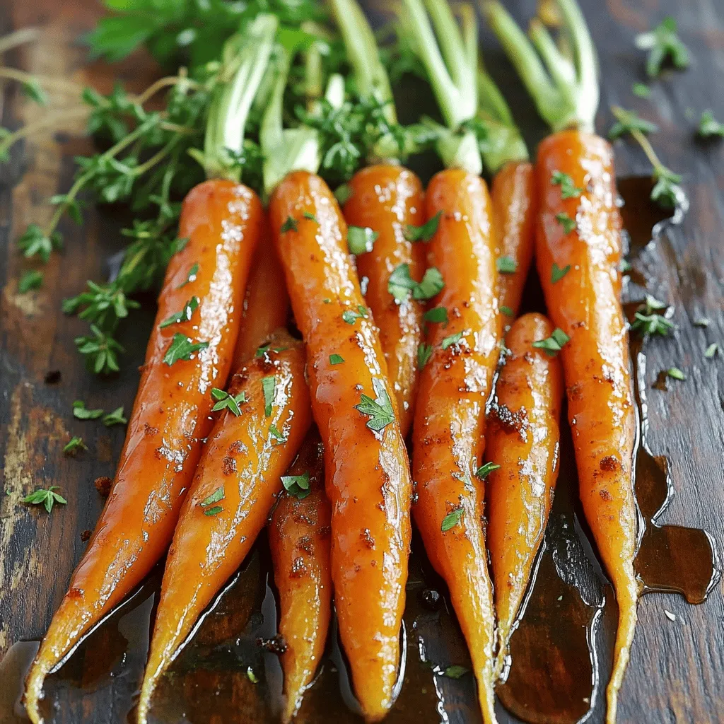 - 450g Babykarotten, geschält - 3 Esslöffel reiner Ahornsirup - 2 Esslöffel Olivenöl Die Babykarotten sind die Stars dieses Rezeptes. Sie sind zart und süß. Der Ahornsirup bringt eine köstliche Süße. Das Olivenöl sorgt für einen schönen Glanz und Geschmack. Diese drei Zutaten sind einfach zu finden und machen das Gericht besonders lecker. - 1 Teelöffel frische Thymianblätter (oder ½ Teelöffel getrockneter Thymian) - 1 Teelöffel Meersalz - ½ Teelöffel schwarzer Pfeffer - Optional: ¼ Teelöffel gemahlener Zimt Thymian verleiht den Karotten einen frischen Geschmack. Meersalz hebt die Aromen hervor. Schwarzer Pfeffer bringt ein wenig Schärfe. Der Zimt ist optional, aber er fügt eine warme Note hinzu. Diese Gewürze und Kräuter sind wichtig für das gesamte Geschmackserlebnis. - Frische Petersilie, gehackt Die frische Petersilie ist das i-Tüpfelchen. Sie bringt Farbe und Frische auf den Teller. Das Garnieren mit Petersilie macht das Gericht nicht nur schön, sondern auch einladend. Verwenden Sie viel davon, um die Karotten zu verschönern. Ich empfehle, das gesamte Rezept mit den genauen Mengen und der Zubereitung zu folgen. [Full Recipe] Zuerst schälen Sie die Babykarotten. Diese kleinen Karotten sind süß und zart. Waschen Sie sie gut, um Schmutz zu entfernen. Dann bereiten Sie die Marinade vor. In einer großen Schüssel mischen Sie: - 3 Esslöffel reiner Ahornsirup - 2 Esslöffel Olivenöl - 1 Teelöffel frische Thymianblätter (oder ½ Teelöffel getrockneter Thymian) - 1 Teelöffel Meersalz - ½ Teelöffel schwarzer Pfeffer - Optional: ¼ Teelöffel gemahlener Zimt Vermengen Sie alles gut. Die Karotten sollten gleichmäßig mit der Marinade bedeckt sein. Heizen Sie Ihren Ofen auf 220°C (425°F) vor. Legen Sie ein Backblech mit Backpapier aus. Verteilen Sie die marinierten Karotten auf dem Blech. Achten Sie darauf, dass sie nicht übereinander liegen. Rösten Sie die Karotten im Ofen für 20-25 Minuten. Rühren Sie sie einmal während des Röstens um, damit sie gleichmäßig garen. Die Karotten sollten zart und karamellisiert sein. Nehmen Sie die Karotten aus dem Ofen. Nach Belieben können Sie mehr Salz oder Pfeffer hinzufügen. Garnieren Sie die Karotten mit frisch gehackter Petersilie, bevor Sie sie servieren. Diese einfachen Schritte machen die Maple Glazed Roasted Carrots einfach unwiderstehlich. Wenn Sie mehr erfahren möchten, werfen Sie einen Blick auf das [Full Recipe]. Wie lange rösten? Rösten Sie die Karotten 20 bis 25 Minuten. Dies gibt ihnen die perfekte Zartheit. Höhere Temperaturen für mehr Karamellisierung Heizen Sie den Ofen auf 220°C. Höhere Temperaturen bringen den Zucker zur Karamellisierung. So schmecken die Karotten süßer und leckerer. Honig oder Agavensirup Wenn Sie keinen Ahornsirup haben, probieren Sie Honig. Er gibt den Karotten auch eine schöne Süße. Agavensirup ist ebenfalls eine tolle Option. Er ist flüssig und süß. Was passt gut dazu? Knoblauch bringt einen tollen Geschmack. Fügen Sie ein paar gehackte Knoblauchzehen hinzu. Ingwer ist auch eine gute Wahl. Er gibt eine würzige Note. Denken Sie daran, mit den Gewürzen zu experimentieren. Das macht das Gericht einzigartig! {{image_4}} Wenn du das Rezept für die Maple Glazed Roasted Carrots ausprobieren möchtest, kannst du auch andere Gemüse hinzufügen. Pastinaken und Rüben harmonieren gut mit Karotten. Beide Gemüse bringen eine süße Note und eine schöne Farbe auf den Teller. Du kannst die Menge der Karotten reduzieren und mehr von den anderen Gemüsearten verwenden. So bekommst du eine bunte Mischung, die einfach toll aussieht und schmeckt. Für eine vegane Variante verwende einfach pflanzliches Öl anstelle von Olivenöl. Kokosöl oder Rapsöl sind gute Alternativen. Beide Öle bringen ihren eigenen Geschmack mit und passen gut zu den Karotten. Achte darauf, dass dein Ahornsirup rein und vegan ist. So bleibt das Gericht ganz ohne tierische Produkte. Möchtest du eine pikante Note hinzufügen? Probiere Chili-Flocken! Diese geben den Karotten einen scharfen Kick. Du kannst die Menge der Flocken nach deinem Geschmack anpassen. Ein Teelöffel reicht für ein wenig Schärfe, aber du kannst mehr hinzufügen, wenn du es würziger magst. Chili-Flocken bringen eine spannende Wendung in das klassische Rezept. Nach dem Kochen sind die Maple Glazed Roasted Carrots einfach zu lagern. Lassen Sie die Karotten zuerst abkühlen. Füllen Sie sie dann in einen luftdichten Behälter. Im Kühlschrank bleiben sie frisch für bis zu drei Tage. Achten Sie darauf, dass sie gut verschlossen sind. So vermeiden Sie, dass sie austrocknen oder Gerüche aufnehmen. Wenn Sie die Karotten länger aufbewahren möchten, können Sie sie einfrieren. Allerdings kann das die Textur verändern. Die beste Methode zum Aufwärmen ist der Ofen. Heizen Sie ihn auf 180°C vor. Legen Sie die Karotten auf ein Backblech und decken Sie sie mit Aluminiumfolie ab. So bleiben sie saftig und warm. Rösten Sie sie etwa 10 bis 15 Minuten. Alternativ können Sie die Karotten in der Mikrowelle aufwärmen. Verwenden Sie eine mikrowellengeeignete Schüssel und decken Sie sie mit einem Deckel ab. Erwärmen Sie sie in kurzen Intervallen, um ein Überkochen zu vermeiden. Meal Prep ist eine großartige Idee für Maple Glazed Roasted Carrots. Sie können die Karotten im Voraus zubereiten und für verschiedene Gerichte verwenden. Schneiden Sie die Karotten und marinieren Sie sie am Abend vorher. Lagern Sie sie dann im Kühlschrank. Am nächsten Tag rösten Sie die Karotten einfach, wenn Sie bereit sind zu essen. Diese Karotten passen gut zu Fleisch oder als Beilage zu Salaten. So sparen Sie Zeit und Aufwand in der Woche. Die gesamte Zeit beträgt etwa 30 Minuten. Die Vorbereitungszeit ist 10 Minuten. Das Rösten dauert 20 bis 25 Minuten. Der Ofen sollte auf 220°C (425°F) vorgeheizt sein. So erhalten die Karotten eine schöne Karamellisierung. Ja, gefrorene Karotten sind möglich. Achte darauf, sie gut abzutropfen. So wird das Gericht nicht wässrig. Du musst die Röstdauer anpassen. Gefrorene Karotten brauchen länger, etwa 30 bis 35 Minuten. Überprüfe die Zartheit mit einer Gabel. Diese Karotten passen gut zu vielen Gerichten. Ich empfehle, sie mit gebratenem Hähnchen oder Lamm zu kombinieren. Auch zu einer Quinoa-Bowl sind sie lecker. Du kannst sie mit Reis oder Couscous servieren. So hast du eine bunte und nahrhafte Mahlzeit. Probiere auch, sie zu einem frischen Salat hinzuzufügen. Sie bringen Süße und Farbe. Für das volle Rezept, besuche die Sektion [Full Recipe]. Maple Glazed Roasted Carrots sind einfach und lecker. Wir haben die Hauptzutaten, wie Babykarotten, Ahornsirup und Gewürze, besprochen. Dies ermöglicht dir, köstliche Karotten zuzubereiten. Du kannst sie nach Geschmack anpassen und sogar mit anderen Gemüsesorten kombinieren. Lagerung und Wiedererwärmung sind ebenfalls leicht. Mit diesen Tipps bist du bereit, deine Röstkarotten perfekt zu machen. Experimentiere mit verschiedenen Aromen und genieße jede Biss. Guten Appetit!