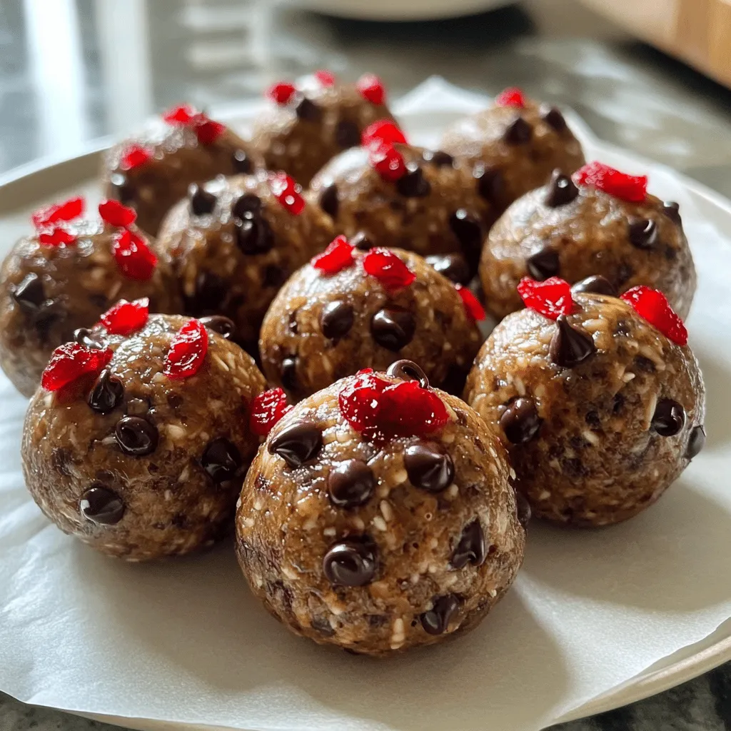 Um die leckeren Cherry Chocolate Protein Balls zu machen, brauchst du: - 1 Tasse Haferflocken - 1/2 Tasse Schokoladen-Protein-Pulver - 1/4 Tasse Mandelbutter Diese Zutaten geben den Bällchen eine tolle Basis. Haferflocken sorgen für die Struktur, während das Protein-Pulver dir hilft, nach dem Sport schnell zu regenerieren. Mandelbutter fügt gesunde Fette und einen feinen Geschmack hinzu. Du kannst deine Bällchen mit diesen Zutaten süßen und verfeinern: - 1/4 Tasse Honig oder Ahornsirup - 1/2 Teelöffel Vanilleextrakt - Eine Prise Salz Honig oder Ahornsirup machen die Bällchen süß und klebrig. Vanille bringt einen schönen Duft, während das Salz den Geschmack verstärkt. Für einen besonderen Kick füge diese Zutaten hinzu: - 1/2 Tasse getrocknete Kirschen, grob gehackt - 1/4 Tasse Zartbitterschokoladenstückchen - 1/4 Tasse Chiasamen Die Kirschen geben eine fruchtige Note, während die Schokoladenstückchen ein wenig Schokolade in jeden Bissen bringen. Chiasamen sind ein toller Zusatz für mehr Nährstoffe und einen kleinen Crunch. Das vollständige Rezept für die Kirsch-Schokoladen-Proteinbällchen findest du hier. Zuerst messen Sie alle Zutaten ab. Legen Sie sie bereit. Dies macht das Kochen einfacher. Stellen Sie Ihre Arbeitsfläche frei. Ein sauberer Platz hilft Ihnen, alles gut zu sehen. Beginnen Sie mit den trockenen Zutaten. Mischen Sie die Haferflocken und das Protein-Pulver in einer großen Schüssel. Rühren Sie gut um. Jetzt kommen die feuchten Zutaten hinzu. Fügen Sie die Mandelbutter, den Honig und den Vanilleextrakt hinzu. Rühren Sie alles gut, bis es zusammenkommt. Jetzt sind die gehackten Kirschen und die Schokoladenstückchen dran. Mischen Sie vorsichtig, bis alles gleichmäßig verteilt ist. Fügen Sie die Chiasamen hinzu. Rühren Sie nochmals gut um, bis die Masse gut vermischt ist. Nehmen Sie eine kleine Portion der Mischung. Rollen Sie sie mit den Händen zu einem Ball. Die Bällchen sollten etwa 2,5 cm groß sein. Platzieren Sie die geformten Bällchen auf Backpapier oder einem Teller. Sobald Sie alle Bällchen geformt haben, stellen Sie sie für mindestens 30 Minuten in den Kühlschrank. Dadurch werden sie fest. Genießen Sie Ihre Kirsch-Schokoladen-Proteinbällchen als nahrhaften Snack! Um die perfekte Konsistenz zu erreichen, achte auf die Feuchtigkeit. Wenn die Mischung zu trocken ist, füge mehr Mandelbutter oder Honig hinzu. Um die Textur zu verbessern, kannst du auch etwas Joghurt hinzufügen. Das macht die Bällchen weicher und saftiger. Ein weiterer Tipp ist, die Haferflocken vorher zu mahlen. So wird die Mischung gleichmäßiger und die Bällchen bleiben besser zusammen. Die Kirsch-Schokoladen-Proteinbällchen sehen mit einem kleinen Extra toll aus. Du kannst sie mit Kokosraspeln oder gehackten Nüssen garnieren. Das gibt einen schönen Crunch und sieht lecker aus! Für besondere Anlässe empfehle ich, die Bällchen auf einem schönen Teller zu präsentieren. So werden sie zu einem echten Hingucker auf jeder Party. Ein häufiger Fehler ist, die Zutaten zu stark zu mixen. Das kann die Bällchen bröckelig machen. Mische die Zutaten nur so lange, bis sie gut verbunden sind. Um bröckelnde Bällchen zu vermeiden, forme sie gleich nach dem Mischen. Lagere die Bällchen im Kühlschrank für mindestens 30 Minuten. So halten sie besser zusammen und schmecken frisch. {{image_4}} Ich liebe es, mit verschiedenen Zutaten zu experimentieren. Eine tolle Option ist die Verwendung von Erdnussbutter anstelle von Mandelbutter. Erdnussbutter gibt diesen Bällchen einen kräftigen, nussigen Geschmack. Du kannst auch Datteln als Süßungsmittel verwenden. Datteln sind natürlich süß und sorgen für eine tolle Karamellnote. Sie bringen auch viele Nährstoffe mit, die gut für den Körper sind. Füge Nuss- oder Keksstücke hinzu, um mehr Textur zu schaffen. Diese kleinen Stücke machen jede Biss aufregend. Du kannst auch andere Trockenfrüchte nutzen, wie Cranberries oder aprikosen. So erhältst du eine fruchtige Note, die wunderbar zu Schokolade passt. Willst du einen zusätzlichen Proteinboost? Füge Superfood-Pulver wie Spirulina oder Maca hinzu. Diese Pulver sind voll mit Nährstoffen und stärken deine Bällchen. Ein weiterer Trick ist es, verschiedene Proteinquellen zu mischen. Kombiniere pflanzliches Protein mit tierischem Protein für einen tollen Geschmack und mehr Nährstoffe. Vergiss nicht, das [Full Recipe] für Kirsch-Schokoladen-Proteinbällchen zu prüfen! Die Kirsch-Schokoladen-Proteinbällchen halten sich gut im Kühlschrank. Sie bleiben frisch für bis zu einer Woche. Die beste Methode zur Aufbewahrung ist ein luftdichter Behälter. So bleiben die Bällchen feucht und lecker. Möchten Sie die Bällchen länger aufbewahren? Dann frieren Sie sie ein! Legen Sie die Bällchen auf ein Backblech und frieren Sie sie für etwa zwei Stunden ein. Danach können Sie die gefrorenen Bällchen in einen luftdichten Behälter geben. Im Gefrierschrank sind sie bis zu drei Monate haltbar. Zum Auftauen legen Sie die Bällchen einfach in den Kühlschrank. Sie sind schnell wieder bereit zum Snack. Die besten Zeitpunkte für den Verzehr sind nach dem Training oder als Snack zwischendurch. Sie sind nahrhaft und geben Ihnen Energie. Portionieren Sie die Bällchen in kleine Behälter. So haben Sie immer einen gesunden Snack zur Hand. Probieren Sie auch, die Bällchen mit Joghurt oder Obst zu kombinieren. Das macht den Genuss noch besser! Die Kalorienzahl für eine Portion Cherry Chocolate Protein Balls liegt bei etwa 150 Kalorien. Diese Zahl kann je nach genauen Zutaten variieren. Die Nährwerte pro Portion sind: - Eiweiß: 6 g - Fett: 7 g - Kohlenhydrate: 17 g - Ballaststoffe: 3 g Ja, du kannst die Zutaten anpassen. Wenn du Allergien hast, probiere Erdnussbutter statt Mandelbutter. Du kannst auch Honig durch Agavendicksaft ersetzen. Für eine glutenfreie Option, wähle glutenfreie Haferflocken. Ja, diese Proteinbällchen können vegan sein! Verwende einfach einen pflanzlichen Proteinpulver. Ersetze Honig durch Ahornsirup oder Dattelsirup. So bleiben sie lecker und vegan. Achte auf Aussehen und Geruch. Wenn sie seltsam riechen oder eine andere Farbe haben, sind sie möglicherweise verdorben. Lagere sie immer in einem luftdichten Behälter. Die Zubereitung dauert nur 15 Minuten. Die Kühlung benötigt mindestens 30 Minuten. Damit kannst du in etwa 45 Minuten genießen. Das vollständige Rezept für die Kirsch-Schokoladen-Proteinbällchen findest du im Artikel. Es gibt dir eine klare Anleitung, um diese leckeren Snacks herzustellen. Diese Proteinbällchen sind eine großartige Snack-Option. Wir haben die Hauptzutaten, die Zubereitung und nützliche Tipps besprochen. Du kannst die Rezepte leicht anpassen und variieren. Denk daran, die Konsistenz gut abzuwägen und häufige Fehler zu vermeiden. Mit diesen Informationen hast du alles, um deine eigenen leckeren Proteinbällchen zuzubereiten. Viel Spaß beim Snacken und experimentieren!