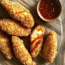 Für dieses Gericht benötigst du einige Hauptzutaten. Hier ist die Liste: - 450 g Hähnchenstreifen - 120 ml Weizenmehl - 120 ml Buttermilch - 240 ml Paniermehl (Panko bevorzugt) - 60 ml Honig - 60 ml Sriracha-Sauce - 1 Esslöffel Sojasauce - 1 Esslöffel Apfelessig - Öl zum Frittieren Diese Zutaten geben deinen Hähnchenstreifen Geschmack und Textur. Die Hähnchenstreifen sind die Basis, während die Buttermilch die Marinade zart macht. Panko sorgt für die perfekte Knusprigkeit. Die Gewürze sind wichtig, um den richtigen Geschmack zu erzielen. Du brauchst: - 1/2 Teelöffel Knoblauchpulver - 1/2 Teelöffel Paprika - 1/4 Teelöffel Salz - 1/4 Teelöffel schwarzer Pfeffer Diese Gewürze verleihen den Hähnchenstreifen eine tolle Note. Die Marinade aus Buttermilch, Sriracha, Sojasauce und Apfelessig sorgt für einen würzigen Kick. Lass die Hähnchenstreifen mindestens 30 Minuten marinieren, damit die Aromen einziehen. Du kannst die Sriracha Honey Chicken Tenders mit verschiedenen Beilagen kombinieren. Hier sind ein paar Vorschläge: - Pommes frites - Reis - Frischer Salat - Gemüse Jede Beilage bringt eine andere Textur und Geschmack. Pommes sind knusprig, während ein Salat frisch und leicht ist. Du kannst auch die Sriracha-Honig-Sauce als Dip für die Beilagen verwenden. Du wirst sehen, wie gut alles zusammenpasst! Für die Marinade mische ich Buttermilch, Sriracha-Sauce, Sojasauce und Apfelessig in einer Schüssel. So bekommst du eine tolle Mischung. Füge die Hähnchenstreifen hinzu und achte darauf, dass sie gut bedeckt sind. Decke die Schüssel mit Frischhaltefolie ab. Lass die Hähnchenstreifen mindestens 30 Minuten im Kühlschrank ziehen. Du kannst sie auch bis zu 2 Stunden marinieren, wenn du mehr Geschmack willst. Nimm eine flache Schüssel und vermenge das Weizenmehl, Knoblauchpulver, Paprika, Salz und schwarzen Pfeffer. Diese Mischung gibt den Streifen einen tollen Geschmack. Bereite eine weitere flache Schüssel mit dem Paniermehl vor. Ich empfehle Panko, da es extra knusprig wird. Diese Panade ist das Geheimnis für den perfekten Crunch! Erhitze reichlich Öl in einer großen Pfanne bei mittlerer bis hoher Hitze. Wenn das Öl heiß ist, nimm die Hähnchenstreifen aus der Marinade. Lass das überschüssige Marinadewasser abtropfen. Wende die Hähnchenstreifen zuerst in der Mehlmischung, dann tauche sie in die Buttermilch und wälze sie im Paniermehl. Achte darauf, dass das Paniermehl gut haftet. Brate die Hähnchenstreifen in Chargen für 3-4 Minuten pro Seite, bis sie goldbraun sind. Die Innentemperatur sollte 74°C erreichen. Nimm die fertigen Streifen aus der Pfanne und lege sie auf einen Teller mit Küchenpapier, um das überschüssige Öl abtropfen zu lassen. Jetzt ist es Zeit, die Sriracha-Honig-Sauce zuzubereiten und über die heißen Hähnchenstreifen zu träufeln. Du kannst die Sauce auch separat servieren. Du kannst das vollständige Rezept für Sriracha Honig Hähnchenstreifen hier nachlesen. Um die perfekte Knusprigkeit zu erreichen, verwende Panko-Paniermehl. Es ist gröber als normales Paniermehl und macht die Hähnchenstreifen krosser. Achte darauf, dass das Öl heiß ist, bevor du die Hähnchenstreifen hinzufügst. Teste dies mit einem kleinen Stück, das sofort brutzelt, wenn es ins Öl kommt. Frittiere die Streifen in Chargen, damit sie gut garen und gleichmäßig knusprig werden. Die Sriracha-Honig-Sauce ist sehr anpassbar. Du kannst den Honig durch Ahornsirup ersetzen, um einen anderen Geschmack zu bekommen. Wenn du es weniger scharf magst, verwende weniger Sriracha. Für einen fruchtigen Kick füge etwas Limettensaft oder Ananassaft hinzu. Diese Variationen bringen frische Aromen in dein Gericht. Ein häufiger Fehler ist, die Hähnchenstreifen zu früh ins Öl zu geben. Wenn das Öl nicht heiß genug ist, saugen die Streifen das Öl auf und werden fettig. Ein weiterer Fehler ist, die Marinade nicht ausreichend Zeit zu geben. Lasse die Hähnchenstreifen mindestens 30 Minuten marinieren. So erhalten sie mehr Geschmack. Achte darauf, dass du die Panade gut andrückst, damit sie beim Frittieren nicht abfällt. {{image_4}} Wenn du eine vegetarische Option suchst, probiere Tofu. Wähle festen Tofu für die beste Textur. Schneide den Tofu in Streifen und mariniere ihn wie die Hähnchenstreifen. Das gibt dir die gleiche Würze und Knusprigkeit. Nutze die gleiche Panade und brate den Tofu in heißem Öl. Er wird schön goldbraun und lecker. Diese Variation ist perfekt für Vegetarier oder einfach für einen anderen Geschmack. Wenn du die Hähnchenstreifen im Ofen zubereiten möchtest, ist das auch möglich. Heize den Ofen auf 200 Grad Celsius vor. Lege die panierten Hähnchenstreifen auf ein Backblech mit Backpapier. Sprühe etwas Öl auf die Streifen, damit sie knusprig werden. Backe die Hähnchenstreifen für 20 bis 25 Minuten. Wende sie nach der Hälfte der Zeit, damit sie gleichmäßig garen. Diese Methode ist gesünder, aber immer noch sehr schmackhaft. Eine weitere Möglichkeit ist, die Hähnchenstreifen einzulegen. Verwende eine Mischung aus Sriracha, Honig, Sojasauce und etwas Limettensaft. Lasse die Streifen mindestens eine Stunde marinieren. Je länger sie einziehen, desto besser wird der Geschmack. Nach dem Marinieren kannst du sie braten oder backen. Diese Methode sorgt für einen intensiven Geschmack und macht die Streifen besonders saftig. Für das komplette Rezept, schau dir das Full Recipe an. Wenn Sie ein paar Hähnchenstreifen übrig haben, lagern Sie sie in einem luftdichten Behälter. Dies hilft, die Knusprigkeit und den Geschmack zu bewahren. Sie können die Streifen auch mit etwas zusätzlichem Honig oder Sriracha-Sauce belegen, um den Geschmack zu intensivieren. Um die Hähnchenstreifen wieder aufzuwärmen, verwenden Sie den Ofen. Stellen Sie den Ofen auf 180 Grad Celsius ein. Legen Sie die Streifen auf ein Backblech und backen Sie sie etwa 10 Minuten lang. So bleiben sie knusprig und lecker. Eine Mikrowelle ist weniger ideal, da sie die Knusprigkeit verlieren können. Die Hähnchenstreifen sind im Kühlschrank bis zu drei Tage haltbar. Achten Sie darauf, sie in einem luftdichten Behälter zu lagern, um die Frische zu erhalten. Nach dieser Zeit können sie möglicherweise nicht mehr gut schmecken oder sicher sein. Wenn Sie sie länger aufbewahren möchten, frieren Sie sie einfach ein. Um die Schärfe zu ändern, füge einfach mehr oder weniger Sriracha hinzu. Wenn du es schärfer magst, gib einen Esslöffel mehr Sriracha in die Sauce. Für eine mildere Variante, nimm einen Teelöffel weniger. Du kannst auch etwas Honig hinzufügen, um die Schärfe auszugleichen. So bleibt der Geschmack süß und angenehm. Ja, du kannst die Hähnchenstreifen im Voraus marinieren. Stelle die marinierten Streifen einfach in den Kühlschrank. Lasse sie dort mindestens 30 Minuten, besser noch zwei Stunden. So ziehen die Aromen gut ein. Du kannst sie auch bis zu einem Tag im Voraus zubereiten. So sparst du Zeit, wenn du sie später frittierst. Für die Hähnchenstreifen sind verschiedene Dips lecker. Eine einfache Option ist Ketchup oder BBQ-Sauce. Wenn du es schärfer magst, probiere eine scharfe Mayo oder Aioli. Auch eine Joghurt-Dip-Sauce mit Kräutern passt gut. Jeder Dip bringt einen neuen Geschmack, den du genießen kannst. Sriracha Honey Chicken Tenders sind ein köstliches Gericht, das leicht zu machen ist. Du hast die Hauptzutaten, Gewürze und die besten Beilagen kennengelernt. Zudem weißt du jetzt, wie du die Hähnchenstreifen marinierst, panierst und frittierst. Mit unseren Tipps hast du auch die perfekte Knusprigkeit erreicht. Denke daran, die Varianten für Vegetarier und das Aufbewahren der Reste zu nutzen. Du hast nun alles, um diese leckeren Chicken Tenders zu genießen und zu teilen. Viel Spaß beim Kochen und Experimentieren!
