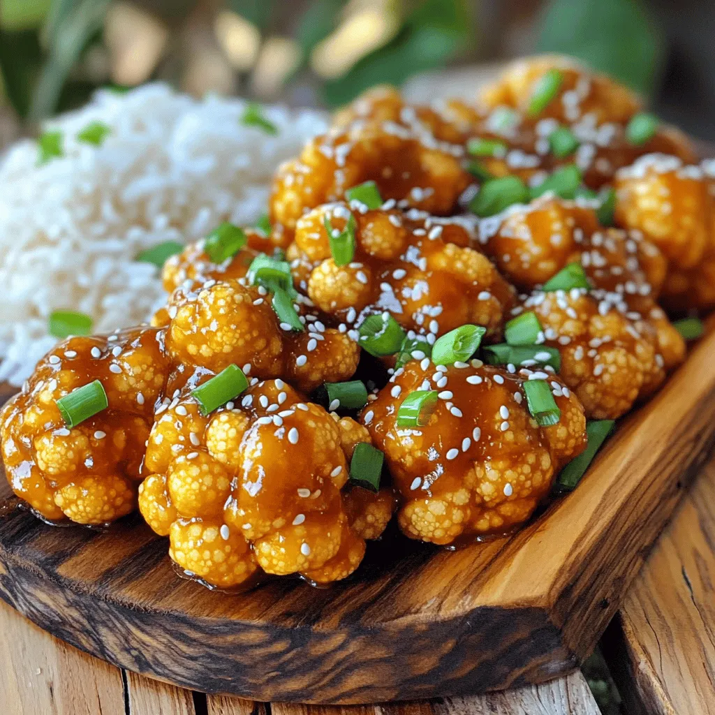 Für den knusprigen General Tso’s Blumenkohl brauchst du folgende Hauptzutaten: - 1 mittelgroßer Blumenkohl, in Röschen zerteilt - 1 Tasse Weizenmehl - 1 Teelöffel Knoblauchpulver - 1 Teelöffel Ingwerpulver - 1 Teelöffel Backpulver - 1 Tasse kaltes Wasser - 1 Tasse Speisestärke - Gemüseöl (zum Frittieren) Die Auswahl des Blumenkohls ist wichtig. Wähle einen, der fest und frisch aussieht. Vermeide braune Flecken oder weiche Stellen. Für die leckere Sauce benötigst du: - 2 Esslöffel Sojasauce - 2 Esslöffel Hoisinsauce - 1 Esslöffel Reisessig - 2 Esslöffel Zucker - 1 Esslöffel Sesamöl - 2 Knoblauchzehen, fein gehackt - 1 Teelöffel frischer Ingwer, fein gehackt - 1-2 Esslöffel Sambal Oelek (oder mehr nach Geschmack) - 1 Esslöffel Sesamsamen Die Sauce ist der Star des Gerichts. Achte darauf, frische Zutaten zu nutzen, um den besten Geschmack zu erzielen. Beim Einkauf solltest du frische Zutaten wählen. Der Blumenkohl sollte knackig sein. Das Gemüseöl muss hoch erhitzbar sein, um eine knusprige Textur zu erzielen. Die Sojasauce und Hoisinsauce sollten von guter Qualität sein. Dies macht einen großen Unterschied im Geschmack. Für die besten Ergebnisse empfehle ich, alle Zutaten vor dem Kochen vorzubereiten. So kannst du den Kochprozess besser steuern und die perfekte Konsistenz erreichen. Vertraue mir, das macht das Kochen viel einfacher und macht mehr Spaß! Wenn du mehr über die Zubereitung erfahren möchtest, schau dir das [Full Recipe] an. Zuerst nehme ich den Blumenkohl und teile ihn in kleine Röschen. Diese Röschen sind perfekt für das Frittieren. In einer großen Schüssel mische ich Weizenmehl, Knoblauchpulver, Ingwerpulver, Backpulver und kaltes Wasser. Es sollte ein glatter Teig entstehen. Dieser Teig umhüllt die Blumenkohlröschen gut. Ich tauche jedes Röschen in den Teig. Dabei achte ich darauf, dass es gleichmäßig bedeckt ist. Dann lege ich die Röschen auf einen Teller. Um sie besonders knusprig zu machen, streue ich etwas Speisestärke über jedes Röschen. Das macht einen großen Unterschied! Jetzt ist es Zeit, das Öl zu erhitzen. In einer tiefen Pfanne erhitze ich etwa fünf Zentimeter Gemüseöl. Die Temperatur sollte 190°C erreichen. So wird der Blumenkohl schön knusprig. Ich gebe die Röschen vorsichtig in das heiße Öl. Ich frittierte sie in Portionen, damit sie gleichmäßig garen. Nach vier bis fünf Minuten sind sie goldbraun und knusprig. Ich nehme sie mit einem Schaumlöffel heraus und lasse sie auf Küchenpapier abtropfen. So entfernen sich die restlichen Öltropfen. Jetzt bereite ich die Sauce vor. In einem kleinen Topf vermenge ich Sojasauce, Hoisinsauce, Reisessig, Zucker, Sesamöl, gehackten Knoblauch, gehackten Ingwer und Sambal Oelek. Ich erhitze die Mischung bei mittlerer Hitze. Dabei rühre ich ständig, bis die Sauce leicht eindickt. Das dauert etwa drei bis vier Minuten. Sobald die Sauce fertig ist, gebe ich die frittierten Blumenkohlröschen in eine große Schüssel. Jetzt vermenge ich sie vorsichtig mit der Sauce, bis sie gut bedeckt sind. So entsteht ein köstliches Aroma. Für das vollständige Rezept, klicke auf [Full Recipe]. Um einen perfekten knusprigen Blumenkohl zu machen, achte auf den Teig. Mische das Weizenmehl, Knoblauchpulver und Ingwerpulver gut. Der Teig sollte dick genug sein, um die Röschen zu umschließen. Tauche die Röschen gründlich ein, damit sie gleichmäßig beschichtet sind. Streue danach die Speisestärke darüber, um extra Knusprigkeit zu erzielen. Ein häufiger Fehler ist, den Blumenkohl zu dicht ins Öl zu geben. Dies kann die Temperatur senken und die Röschen werden nicht knusprig. Frittiere die Röschen in kleinen Portionen. Ein anderer Fehler ist, das Öl nicht heiß genug zu erhitzen. Verwende ein Küchenthermometer, um sicherzustellen, dass das Öl 190°C erreicht hat. Die richtige Öltemperatur ist entscheidend. Bei 190°C frittierst du den Blumenkohl knusprig und goldbraun. Wenn das Öl zu kühl ist, saugt der Blumenkohl das Öl auf und wird matschig. Wenn das Öl zu heiß ist, kann der Blumenkohl verbrennen. Überwache die Temperatur während des Frittierens, um die besten Ergebnisse zu erzielen. Für das vollständige Rezept sieh dir die [Full Recipe] an. {{image_4}} Wenn du die Grundrezeptur für den knusprigen Blumenkohl magst, kannst du sie leicht anpassen. Probiere andere Gemüse wie Brokkoli oder Zucchini. Diese Gemüsesorten frittierst du auf die gleiche Weise. Sie nehmen die Würze toll auf und sorgen für Abwechslung. Du kannst auch Tofu probieren. Schneide ihn in Würfel und wende ihn im Teig. Tofu wird knusprig und passt gut zur Sauce. Lust auf etwas Schärfe? Füge mehr Sambal Oelek in die Sauce hinzu. Du kannst auch frische Chilis oder Chili-Flocken verwenden. Das gibt deinem Gericht einen feurigen Kick. Eine weitere Möglichkeit ist, die Blumenkohlröschen vor dem Frittieren in eine scharfe Marinade einzulegen. So wird jeder Biss spannend. Um dein Gericht zu vervollständigen, serviere den Blumenkohl mit gedämpftem Jasminreis. Das mild-süße Aroma passt perfekt. Auch gebratener Reis mit Gemüse ist eine tolle Wahl. Du kannst den Blumenkohl auf einem großen Teller anrichten und mit Frühlingszwiebeln garnieren. Für extra Knusprigkeit streue geröstete Erdnüsse darüber. Das sorgt für einen schönen Kontrast in Textur und Geschmack. Für die vollständige Zubereitung schaue dir das [Full Recipe] an. Wenn Sie Reste von Ihrem knusprigen General Tso’s Blumenkohl haben, legen Sie sie in einen luftdichten Behälter. Dies hilft, die Knusprigkeit zu bewahren. Lassen Sie die Röschen vor dem Verpacken auf Raumtemperatur abkühlen. So vermeiden Sie, dass sie matschig werden. Lagern Sie die Reste im Kühlschrank und essen Sie sie innerhalb von drei Tagen. Um die beste Textur beim Aufwärmen zu erhalten, verwenden Sie den Ofen. Heizen Sie ihn auf 180°C vor. Legen Sie die Blumenkohlröschen auf ein Backblech. Erwärmen Sie sie für etwa 10-15 Minuten. So bleiben sie knusprig. Vermeiden Sie die Mikrowelle, da sie die Röschen weich macht. Im Kühlschrank bleibt der Blumenkohl etwa drei Tage frisch. Wenn Sie ihn länger aufbewahren möchten, frieren Sie ihn ein. Legen Sie die Röschen in einen Gefrierbeutel. So können Sie sie bis zu drei Monate lang aufbewahren. Achten Sie darauf, die Luft aus dem Beutel zu drücken, um Gefrierbrand zu vermeiden. Wenn Sie bereit sind, ihn zu essen, tauen Sie ihn im Kühlschrank auf, bevor Sie ihn aufwärmen. Du kannst den Blumenkohl auf viele Arten anpassen. Zum Beispiel, füge mehr Gewürze hinzu, um den Geschmack zu verstärken. Du könntest auch verschiedene Kräuter verwenden. Wenn du magst, probiere das Rezept mit Brokkoli oder sogar mit Blumenkohlreis. Diese Alternativen bieten andere Texturen und Geschmäcker. Ja, die Sauce ist sehr flexibel. Du kannst die Menge von Sojasauce oder Hoisinsauce anpassen, je nach deinem Geschmack. Wenn du es schärfer magst, füge mehr Sambal Oelek hinzu. Für einen süßeren Geschmack, verwende mehr Zucker. Experimentiere mit Zutaten wie Erdnussbutter oder Limettensaft für mehr Tiefe. Ja, viele andere Gemüse sind geeignet. Du kannst Zucchini, Karotten oder Paprika verwenden. Diese Gemüse können ebenfalls knusprig frittiert werden. Achte darauf, die Stücke gleichmäßig zu schneiden, damit sie gleichmäßig garen. Das macht das Gericht bunt und interessant. Für das vollständige Rezept, siehe die [Full Recipe]. Der Blogbeitrag hat die wichtigsten Zutaten und Schritte für knusprigen Blumenkohl behandelt. Wir haben die Zubereitung des Blumenkohls, die Sauce sowie wertvolle Tipps und Tricks besprochen. Du weißt jetzt, wie man Fehler vermeidet und den perfekten Blumenkohl erreicht. Außerdem hast du kreative Ideen für Variationen und Lagerungshinweise erhalten. Nutze witzige Beilagen und genieße jedes Stück. In der Küche macht es Spaß, neue Wege zu finden, um dein Essen zu verbessern. Probier es aus und werde kreativ!