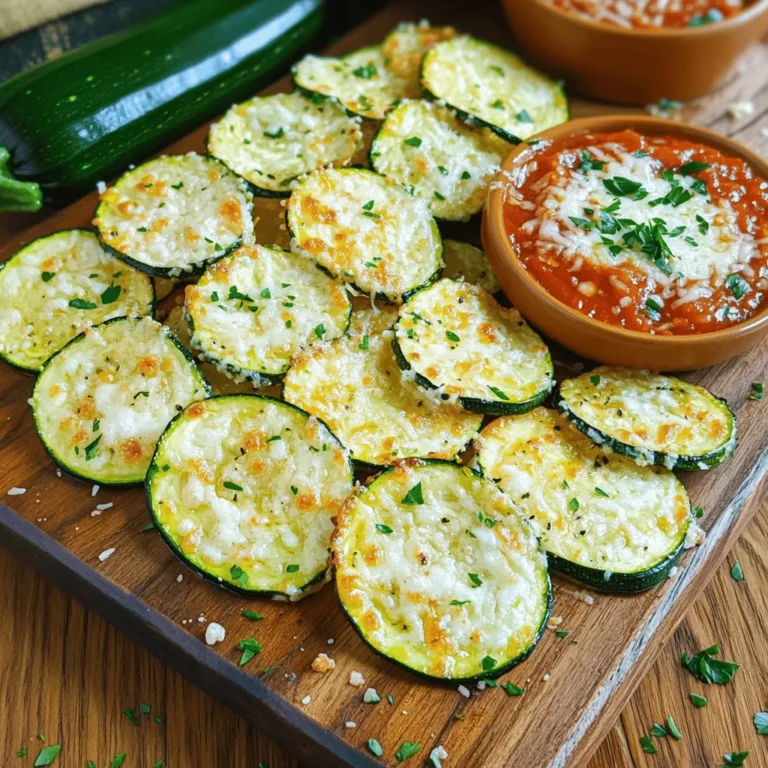 - 2 mittelgroße Zucchini, dünn geschnitten - 3 Esslöffel Olivenöl - 3 Knoblauchzehen, fein gehackt Um die besten Knoblauch Parmesan Zucchini Chips zu machen, wähle frische Zucchini. Sie sollten fest und glänzend sein. Dünnes Schneiden sorgt für eine gleichmäßige Garung. Das Olivenöl hilft, die Zucchini knusprig zu machen und bringt einen leckeren Geschmack. Der Knoblauch verleiht den Chips eine schöne Würze. - 1/2 Tasse geriebener Parmesan - 1 Teelöffel italienische Gewürzmischung - Salz und Pfeffer nach Geschmack Parmesan ist der Star dieses Rezepts. Er wird schön goldbraun und knusprig. Die italienische Gewürzmischung bringt eine tolle Aromatik. Salz und Pfeffer runden den Geschmack ab. Du kannst sie nach Belieben anpassen, wenn du mehr Würze magst. - Kochspray (optional) Kochspray hilft, die Zucchini an der Backform zu verhindern. Aber, Backpapier funktioniert auch gut. So bleiben die Chips nicht kleben und reinigen wird einfacher. Heize deinen Ofen auf 107°C (225°F) vor. Diese niedrige Temperatur hilft, die Zucchini schön knusprig zu machen. Lege ein Backblech mit Backpapier aus oder sprühe es leicht mit Kochspray ein. Das sorgt dafür, dass die Chips nicht kleben bleiben. Nimm zwei mittelgroße Zucchini und schneide sie in dünne Scheiben. In einer großen Schüssel vermenge die Zucchini-Scheiben mit drei Esslöffeln Olivenöl. Füge drei fein gehackte Knoblauchzehen, einen Teelöffel italienische Gewürzmischung sowie Salz und Pfeffer nach Geschmack hinzu. Rühre alles gut um, bis die Zucchini gleichmäßig bedeckt sind. Achte darauf, dass jede Scheibe gut mit Öl und Gewürzen überzogen ist. Anordne die Zucchini-Scheiben in einer einzigen Schicht auf dem Backblech. Stelle sicher, dass sie sich nicht überlappen. So garen sie gleichmäßig und werden schön knusprig. Bestreue die Zucchini-Scheiben großzügig mit einer halben Tasse geriebenem Parmesan. Backe die Chips im Ofen für etwa 1,5 bis 2 Stunden. Wende sie zur Hälfte der Backzeit, damit sie von beiden Seiten knusprig werden. Nach dem Backen nimm das Blech heraus und lasse die Chips ein paar Minuten abkühlen, bevor du sie servierst. Um die Zucchini Chips perfekt knusprig zu machen, wenden Sie sie zur Hälfte der Backzeit. So backen sie gleichmäßig. Achten Sie darauf, die Backtemperatur und -zeit anzupassen. Bei 107°C (225°F) dauert das Backen etwa 1,5 bis 2 Stunden. Überprüfen Sie die Chips regelmäßig. Wenn die Ränder goldbraun sind, sind sie bereit. Servieren Sie die Chips auf einer schönen Servierplatte. Fügen Sie frische Petersilie als Garnierung hinzu. Das sieht toll aus und bringt Farbe. Sie können auch eine Schale Marinara-Sauce zum Dippen dazugeben. Das macht das Essen noch leckerer. Um die Zucchini Chips zuzubereiten, brauchen Sie einige gute Küchenhelfer. Ein scharfes Messer hilft beim Schneiden der Zucchini. Ein großes Backblech ist wichtig, damit die Chips nicht überlappen. Ein Pinsel zum Auftragen des Olivenöls kann ebenfalls nützlich sein. {{image_4}} Um Ihre Knoblauch Parmesan Zucchini Chips noch spannender zu machen, probieren Sie andere Kräuter. Thymian oder Rosmarin geben einen frischen Geschmack. Diese Kräuter passen gut zu Zucchini und bringen mehr Tiefe in den Geschmack. Wenn Sie es schärfer mögen, fügen Sie Chiliflocken oder Paprika hinzu. Diese Gewürze geben den Chips eine tolle Würze und bringen etwas Hitze ins Spiel. Parmesan ist klassisch, aber Sie können auch andere Käsesorten verwenden. Feta bringt eine salzige Note, während Mozzarella für einen milden Geschmack sorgt. Für eine pflanzliche Option gibt es viele vegane Käsesorten. Diese sind oft aus Nüssen oder pflanzlichen Zutaten hergestellt. So können auch Veganer die Chips genießen, ohne auf den Geschmack zu verzichten. Zucchini sind nicht die einzige Wahl für Chips. Sie können auch Gurken oder Karotten verwenden. Gurken geben eine frische Note und sind leicht. Karotten bringen natürliche Süße. Beide Varianten sind einfach zuzubereiten und schmecken lecker. Experimentieren Sie mit verschiedenen Gemüsesorten. So finden Sie Ihre Lieblingsversion der Chips. Um die Zucchini Chips frisch zu halten, lege sie in einen luftdichten Behälter. So bleiben sie knusprig und lecker. Stelle den Behälter an einen kühlen, trockenen Ort. Wenn du die Chips länger aufbewahren möchtest, kannst du sie auch einfrieren. Achte darauf, die Chips in einem geeigneten Gefrierbeutel zu verpacken. So vermeidest du Gefrierbrand. Die Zucchini Chips halten sich etwa eine Woche in einem luftdichten Behälter. Wenn du sie einfrierst, bleiben sie bis zu drei Monate frisch. Achte auf Anzeichen, dass die Chips nicht mehr gut sind. Wenn sie weich oder schlaff sind, sind sie nicht mehr lecker. Auch ein unangenehmer Geruch kann ein Zeichen sein, dass sie nicht mehr gut sind. Wenn du die Zucchini Chips aufwärmen möchtest, nutze den Ofen. Heize ihn auf 107°C vor. Lege die Chips auf ein Backblech und backe sie für etwa 10 Minuten. So bleiben sie knusprig. Du kannst auch eine Pfanne mit etwas Öl verwenden, um die Chips aufzuwärmen. Dadurch werden sie ebenfalls schön knusprig. Die Zubereitung der Zucchini Chips ist einfach und schnell. Du brauchst nur 10 Minuten für die Vorbereitung. Die Backzeit beträgt etwa 1,5 bis 2 Stunden. Das ergibt eine Gesamtzeit von 2 Stunden. So hast du genug Zeit, um andere Dinge zu tun, während sie knusprig werden. Ja, du kannst die Zucchini Chips auch frittieren. Frittiere sie in einer Pfanne mit heißem Öl. Achte darauf, dass das Öl heiß ist, bevor du die Zucchini hinzufügst. Frittiere sie für etwa 2 bis 3 Minuten, bis sie goldbraun sind. So erhältst du eine andere Textur und einen intensiveren Geschmack. Für Zucchini Chips passen viele Dips gut. Ich empfehle Marinara-Sauce für einen klassischen Geschmack. Hummus ist auch eine tolle Option. Guacamole bringt eine cremige Note. Du kannst auch Joghurt oder einen käsehaltigen Dip probieren. Jeder Dip bringt einen eigenen Reiz. Ja, du kannst Zucchini Chips ohne Parmesan machen. Stattdessen kannst du Hefeflocken verwenden. Diese geben einen ähnlichen käsigen Geschmack. Du kannst die Chips aber auch einfach mit zusätzlichen Gewürzen würzen. So bleibt das Rezept milchfrei und lecker. Zucchini Chips sind eine gesunde Snack-Option. Sie enthalten viele Vitamine und Mineralstoffe. Zucchini ist kalorienarm und reich an Ballaststoffen. Der Parmesan fügt etwas Protein hinzu. Wenn du das Öl sparsam verwendest, ist dieser Snack eine gute Wahl für alle, die sich gesund ernähren möchten. Diese Zucchini Chips sind einfach zuzubereiten und bieten viele Variationen. Du hast gelernt, wie man die Hauptzutaten und Gewürze kombiniert und wie man die Chips knusprig backt. Vergiss nicht, sie ansprechend zu präsentieren und mit leckeren Dips zu servieren. Es gibt viele Möglichkeiten, dein Rezept anzupassen, sei es durch andere Kräuter oder Käsealternativen. Mit diesen Tipps und Tricks wirst du immer wieder köstliche Snacks zaubern. Probiere es aus und genieße die gesunde und schmackhafte Option!