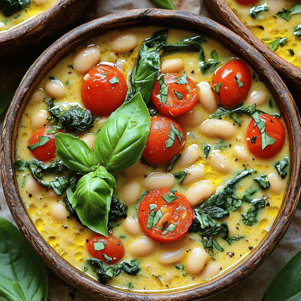 - 2 Dosen weiße Bohnen (z.B. Cannellini), abgetropft und abgespült - 1 Esslöffel Olivenöl - 1 kleine Zwiebel, fein gehackt - 4 Knoblauchzehen, gehackt Weiße Bohnen sind die Basis dieses Gerichts. Sie sind reich an Eiweiß und Ballaststoffen. Ich empfehle Cannellini-Bohnen, da sie eine cremige Textur haben. Olivenöl bringt gesunde Fette und einen feinen Geschmack. Zwiebeln und Knoblauch fügen Aroma und Tiefe hinzu. Diese Zutaten sind einfach zu finden und machen dein Gericht lecker. - 1 Tasse Kirschtomaten, halbiert - 1 Tasse frischer Spinat, grob gehackt - 1 Tasse Gemüsebrühe - 1 Tasse Kokosmilch (oder Schlagsahne für eine nicht-vegane Option) - 1 Teelöffel italienische Kräuter (Oregano, Basilikum, Thymian) getrocknet - Salz und Pfeffer nach Geschmack - Frisches Basilikum zur Garnitur Die Kirschtomaten bringen Süße in das Gericht. Spinat fügt Farbe und Nährstoffe hinzu. Gemüsebrühe sorgt für Geschmack und eine flüssige Basis. Kokosmilch macht die Sauce cremig. Wenn du nicht vegan bist, kannst du auch Schlagsahne verwenden. Die italienischen Kräuter geben ein mediterranes Aroma. Vergiss nicht, mit Salz und Pfeffer abzuschmecken. Frisches Basilikum als Garnitur sieht nicht nur gut aus, sondern schmeckt auch frisch. - Zwiebel und Knoblauch vorbereiten: Schneide die Zwiebel fein. Hacke den Knoblauch. Beides bringt viel Geschmack. - Bohnen abspülen und abtropfen: Nimm die weißen Bohnen aus der Dose. Spüle sie gut ab. Lass sie in einem Sieb abtropfen. - Zwiebel anbraten: Erhitze das Olivenöl in einer großen Pfanne bei mittlerer Hitze. Füge die Zwiebel hinzu. Brate sie, bis sie glasig ist. Das dauert etwa 5 Minuten. - Tomaten und Bohnen hinzufügen: Gib den gehackten Knoblauch dazu. Koche ihn für eine weitere Minute. Dann füge die halbierten Kirschtomaten und die abgetropften Bohnen hinzu. Rühre alles gut um. - Kokosmilch und Gewürze einrühren: Gieße die Gemüsebrühe in die Pfanne. Lasse die Mischung sanft köcheln. Nach 5 Minuten gießst du die Kokosmilch hinein. Streue die italienischen Kräuter dazu und rühre alles gut um. - Spinat unterrühren: Klappe den grob gehackten Spinat unter die Mischung. Lass ihn 1-2 Minuten welken. Er wird schön weich. - Abschmecken und garnieren: Schmecke das Gericht mit Salz und Pfeffer ab. Nimm die Pfanne vom Herd. Garniere das Gericht mit frischen Basilikumblättern. Um die perfekte Cremigkeit zu erreichen, benutze die richtige Flüssigkeitsmenge. Ich empfehle, die Kokosmilch gut einzurühren. Bei Bedarf kannst du mehr Gemüsebrühe hinzufügen. So bleibt die Sauce schön geschmeidig. Wenn du es dicker magst, lasse das Gericht etwas länger köcheln. Frische Kräuter bringen einen tollen Geschmack. Ich liebe es, frisches Basilikum kurz vor dem Servieren hinzuzufügen. Du kannst auch etwas Petersilie oder Thymian verwenden. Für einen besonderen Kick füge etwas Zitronensaft hinzu. Paprika kann auch einen schönen, leicht süßen Geschmack hinzufügen. Serviere die cremige Bohnensauce in kleinen Schalen. Garniere sie mit frischen Basilikumblättern. Ein Spritzer Olivenöl macht das Gericht noch schicker. Kombiniere die Pfanne mit knusprigem Brot. Das macht die Präsentation perfekt und lädt zum Genießen ein. {{image_4}} - Alternativen zur Kokosmilch: Verwende anstelle von Kokosmilch pflanzliche Sahne oder Cashewcreme. Diese Optionen geben eine ähnliche Cremigkeit. - Ergänzungen für mehr Textur: Füge geröstete Nüsse oder Samen hinzu. Sie bieten einen tollen Crunch und machen das Gericht spannender. - Sojaprodukte als Proteinquelle: Tofu oder Tempeh sind super Ergänzungen. Sie sorgen für mehr Eiweiß und machen das Gericht noch sättigender. - Verschiedene Gemüsesorten einfügen: Probiere Zucchini, Paprika oder Kürbis. Jedes Gemüse bringt einen neuen Geschmack und Farbe ins Gericht. - Regionale Kräuter verwenden: Frischer Thymian oder Rosmarin passen gut. Sie bringen einen neuen, heimischen Geschmack. - Experimentieren mit Schärfe: Füge eine Prise rote Paprika oder frische Chili hinzu. So kannst du die Schärfe ganz nach deinem Geschmack anpassen. Um die Cremige Tuscan White Bean Skillet aufzubewahren, mache Folgendes: - Lass das Gericht zuerst auf Raumtemperatur abkühlen. - Fülle die Reste in einen luftdichten Behälter. - Du kannst die Skillet auch einfrieren. Verwende gefriergeeignete Behälter. Für das Einfrieren: - Teile das Gericht in Portionen auf. - Decke die Behälter gut ab, um Gefrierbrand zu vermeiden. - So bleibt der Geschmack erhalten, und du hast schnell eine Mahlzeit. Im Kühlschrank: - Lagere die Reste bis zu 4 Tage. - Stelle sicher, dass der Behälter gut verschlossen ist. Wie lange ist das Gericht haltbar? - Im Kühlschrank bleibt die Skillet 3 bis 4 Tage frisch. - Im Gefrierschrank kannst du sie bis zu 3 Monate lagern. Anzeichen für Verderb: - Wenn du einen sauren Geruch bemerkst, entsorge es. - Achte auf Veränderungen in der Farbe oder Konsistenz. Die besten Methoden zum Aufwärmen: - Erhitze die Reste in einer Pfanne bei mittlerer Hitze. - Füge etwas Gemüsebrühe hinzu, wenn die Mischung trocken ist. Werkzeuge und Techniken: - Verwende einen Holzlöffel zum Rühren. - Eine Mikrowelle ist auch eine schnelle Option. Stelle die Temperatur niedrig ein. Diese Tipps helfen dir, deine Cremige Tuscan White Bean Skillet frisch und lecker zu halten! Um die Sauce dicker zu machen, gibt es ein paar Methoden. - Maisstärke: Mische etwas Maisstärke mit kaltem Wasser. Füge es dann zur Sauce hinzu. - Pürierte Bohnen: Nimm einen Teil der Bohnen und püriere sie. Gib sie zurück in die Pfanne. - Kochzeit verlängern: Lasse die Sauce länger köcheln, damit die Flüssigkeit verdampft. Diese Methoden helfen dir, die perfekte Konsistenz zu erreichen. Ja, du kannst die Bohnen selbst kochen! Es ist einfach und lohnt sich. - Bohnen einweichen: Weiche die getrockneten Bohnen über Nacht ein. - Kochen: Koche die Bohnen dann in frischem Wasser. Das dauert etwa 1 bis 2 Stunden. - Wasser abgießen: Achte darauf, das Kochwasser abzugießen, bevor du sie verwendest. Frisch gekochte Bohnen haben einen tollen Geschmack und eine bessere Textur. Dieser cremige Bohneneintopf ist vielseitig und passt gut zu vielen Beilagen. - Knuspriges Brot: Serviere es mit frischem Baguette oder Ciabatta. - Salat: Ein einfacher grüner Salat ergänzt die Aromen gut. - Reis oder Quinoa: Diese Optionen sorgen für eine nahrhafte Beilage. Experimentiere mit verschiedenen Kombinationen, um dein perfektes Gericht zu finden! Zusammengefasst haben wir die Hauptzutaten, die Schritte zur Zubereitung und Tipps für das perfekte Gericht besprochen. Du kannst mit verschiedenen Varianten und Ideen kreativ werden. Experimentiere mit Gewürzen und Zutaten, um deinen eigenen Geschmack zu finden. Achte auf die Lagerung und Haltbarkeit, damit deine Speisen frisch bleiben. Mit diesen Anleitungen machst du leckere Gerichte, die einfach sind und gut schmecken. Viel Spaß beim Kochen und Genießen!