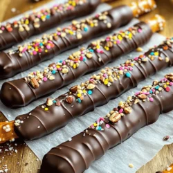 Schokoladenüberzogene Brezelstangen Leckerer Snack