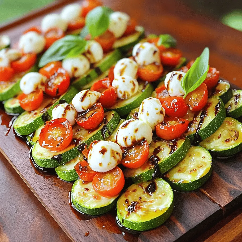 - 4 mittelgroße Zucchini, in 1,5 cm dicke Scheiben geschnitten - 1 Tasse Kirschtomaten, halbiert - 1 Tasse frische Mozzarellabällchen, halbiert Zucchini sind die Hauptzutat in diesem Gericht. Sie bieten eine zarte Textur und nehmen die Aromen gut auf. Kirschtomaten fügen eine süße Note hinzu, während die Mozzarella-Bällchen für Cremigkeit sorgen. Diese Kombination ist einfach und lecker. - 60 ml Balsamico-Glasur - 30 ml Olivenöl - 2 Knoblauchzehen, fein gehackt Die Balsamico-Glasur bringt eine süß-säuerliche Tiefe. Olivenöl sorgt für eine goldene Farbe und Geschmack. Knoblauch fügt ein intensives Aroma hinzu. Diese Zutaten sind wichtig, um das Gericht zu verfeinern. - 1 Teelöffel getrockneter Oregano - Frische Basilikumblätter zur Garnitur - Salz und Pfeffer nach Geschmack Oregano bringt einen herzhaften Geschmack. Frisches Basilikum rundet das Gericht ab und sorgt für einen frischen Kick. Salz und Pfeffer erhöhen die Aromen. Diese einfachen Zutaten machen das Rezept besonders. Zuerst schneiden wir die Zucchini in 1,5 cm dicke Scheiben. So erhalten sie eine gleichmäßige Garzeit. Danach halbieren wir die Kirschtomaten und die Mozzarellabällchen. Diese frischen Zutaten bringen Farbe und Geschmack in unser Gericht. Stellen Sie den Ofen auf 200°C ein. Dies ist die richtige Temperatur zum Rösten. Ein gut vorgeheizter Ofen sorgt dafür, dass die Zucchini schön zart wird. Zuerst rösten wir die Zucchini. Legen Sie die Zucchinischeiben auf ein Backblech. Überziehen Sie sie mit Olivenöl, Knoblauch, Oregano, Salz und Pfeffer. Rösten Sie sie für 15 Minuten. Sie sollten leicht zart sein. Nach 15 Minuten nehmen Sie das Blech heraus. Verteilen Sie die halbierten Kirschtomaten und Mozzarellabällchen gleichmäßig. Träufeln Sie die Balsamico-Glasur darüber. Geben Sie das Blech zurück in den Ofen. Rösten Sie es für weitere 10-12 Minuten. Die Tomaten sollten platzen und der Mozzarella schmelzen. Für die ideale Rösttechnik heizen Sie den Ofen auf 200°C vor. Diese Temperatur sorgt für eine schöne Bräunung. Wenn Ihre Zucchini dicker sind, erhöhen Sie die Röstzeit um 2-3 Minuten. Überprüfen Sie die Zucchini nach 15 Minuten. Sie sollten leicht zart sein, aber nicht matschig. Frische Kräuter machen den Geschmack lebendig. Verwenden Sie frisches Basilikum anstelle von getrocknetem, wenn möglich. Geben Sie die Blätter kurz vor dem Servieren hinzu. So bleiben sie frisch und grün. Sie können auch Thymian oder Rosmarin ausprobieren. Diese Kräuter passen gut zu den Röstaromen der Zucchini und Tomaten. Richten Sie die gerösteten Zucchini auf einer großen Platte an. Träufeln Sie etwas zusätzliche Balsamico-Glasur darüber für mehr Geschmack. Fügen Sie frische Basilikumblätter als Garnitur hinzu. Das macht das Gericht nicht nur schmackhaft, sondern sieht auch toll aus. Servieren Sie die Zucchini warm oder bei Raumtemperatur. {{image_4}} Wenn du eine vegetarische oder vegane Variante magst, kannst du den Mozzarella ersetzen. Nutze dafür einfach pflanzliche Käsealternativen. Diese gibt es aus Mandeln, Cashews oder Kokos. Sie schmelzen zwar nicht ganz wie echter Käse, aber sie geben einen tollen Geschmack. Du kannst auch Avocado hinzufügen. Sie sorgt für eine cremige Textur. Zucchini ist lecker, aber warum nicht noch mehr Gemüse hinzufügen? Du kannst Auberginen, Paprika oder sogar Spargel verwenden. Diese Gemüsesorten bringen zusätzliche Farben und Aromen. Schneide sie in ähnliche Größen wie die Zucchini. So garen sie gleichmäßig. Denke auch an Zwiebeln oder Karotten. Sie geben einen süßen Geschmack. Kräuter können das Gericht aufpeppen. Probiere frischen Thymian oder Rosmarin. Diese Kräuter passen gut zu Zucchini. Du kannst auch Chili-Flocken für etwas Schärfe hinzufügen. Ein Hauch von Zimt kann auch spannend sein. Experimentiere mit deinen Lieblingsgewürzen. So machst du das Gericht ganz nach deinem Geschmack. Reste von Balsamico-gerösteten Caprese-Zucchini halten sich im Kühlschrank bis zu drei Tage. Um die Frische zu bewahren, lege sie in einen luftdichten Behälter. So bleibt der Geschmack erhalten und die Zucchini bleibt saftig. Du kannst die Zucchini auch einfrieren. Lass die Reste zuerst vollständig abkühlen. Lege sie dann in einen gefrierfesten Beutel. Drücke die Luft heraus, bevor du sie verschließt. So bleiben sie bis zu drei Monate frisch. Zum Auftauen lege die Zucchini einfach über Nacht in den Kühlschrank oder stelle sie in die Mikrowelle. Um die Zucchini wieder aufzuwärmen, nutze den Ofen. Vorheizen auf 180°C. Lege die Zucchini auf ein Backblech und erwärme sie für etwa 10 Minuten. So bleiben sie knusprig. Alternativ kannst du die Zucchini auch in der Mikrowelle erwärmen. Stelle die Mikrowelle auf mittlere Stufe für 1-2 Minuten. So werden sie gleichmäßig warm. Die besten Beilagen sind einfach und lecker. Hier sind einige Ideen: - Quinoa oder Reis für eine nahrhafte Basis - Gegrillte Hähnchenbrust für Protein - Ein frischer grüner Salat für zusätzliche Vitamine - Knuspriges Brot zum Dippen in die Balsamico-Glasur Jede Beilage ergänzt die Aromen der Zucchini. Kombinieren Sie verschiedene Texturen für ein großartiges Essen. Eine Kombination macht das Gericht noch besser. Ja, Sie können die Rösttechniken anpassen. Hier sind einige Tipps: - Verwenden Sie einen Grill für ein rauchiges Aroma. - Probieren Sie eine Pfanne, um die Zucchini schneller zu garen. - Ändern Sie die Ofentemperatur für andere Röstgrade. Höhere Temperaturen geben eine knusprigere Textur. Sehen Sie, was Ihnen am besten gefällt. Experimentieren macht Spaß und bringt neue Geschmäcker. Um die Zucchini gesund zu halten, beachten Sie diese Punkte: - Wählen Sie frische, feste Zucchini ohne Druckstellen. - Verwenden Sie weniger Öl, um die Kalorien zu reduzieren. - Fügen Sie mehr Gemüse hinzu, zum Beispiel Paprika oder Auberginen. Essen Sie die Zucchini sofort nach dem Rösten. So bleiben die Nährstoffe am besten erhalten. Balsamico-geröstete Caprese-Zucchini sind einfach und lecker. Du brauchst frische Zutaten wie Zucchini, Kirschtomaten und Mozzarella. Die passenden Gewürze und Tipps machen das Gericht perfekt. Du hast gelernt, wie man die Zucchini optimal zubereitet und aufbewahrt. Variationen bringen neuen Schwung in das Rezept. Experimentiere mit neuen Zutaten und Gewürzen. Das macht das Kochen aufregend. Probiere es aus und genieße jeden Biss!