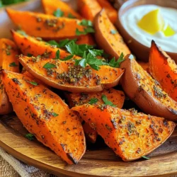 - 3 mittelgroße Süßkartoffeln, in Spalten geschnitten - 3 Esslöffel Olivenöl - 2 Teelöffel getrockneter Oregano - 2 Teelöffel Knoblauchpulver - 1 Teelöffel Paprika - 1 Teelöffel gemahlener Kreuzkümmel - Salz und Pfeffer nach Geschmack - Frische Petersilie, gehackt (zum Garnieren) - Optional: Ein Spritzer frischer Zitronensaft Oregano bringt einen tollen Geschmack. Es hat auch Antioxidantien. Knoblauchpulver gibt ein reiches Aroma. Es kann die Immunität stärken. Paprika fügt Farbe hinzu und hat Vitamine. Kreuzkümmel kann die Verdauung fördern. Diese Gewürze machen die Süßkartoffeln sehr lecker und gesund. Wenn Sie die Süßkartoffeln verändern möchten, können Sie Kürbis verwenden. Karotten sind auch eine gute Wahl. Für eine scharfe Note fügen Sie etwas Chili-Pulver hinzu. Wenn Sie frische Kräuter mögen, probieren Sie Rosmarin oder Thymian. Sie können auch Honig oder Ahornsirup für eine süße Note hinzufügen. Beginne mit drei mittelgroßen Süßkartoffeln. Wasche sie gründlich und schäle sie, wenn du möchtest. Schneide die Süßkartoffeln in gleichmäßige Spalten. Achte darauf, dass sie nicht zu dick sind, damit sie gleichmäßig garen. Lege die geschnittenen Spalten in eine große Schüssel. So können sie später gut gewürzt werden. Nimm drei Esslöffel Olivenöl und gib sie in die Schüssel mit den Süßkartoffeln. Füge zwei Teelöffel getrockneten Oregano, zwei Teelöffel Knoblauchpulver, einen Teelöffel Paprika und einen Teelöffel gemahlenen Kreuzkümmel hinzu. Streue Salz und Pfeffer nach Geschmack darüber. Mische alles gut, bis die Süßkartoffeln gleichmäßig mit dem Öl und den Gewürzen bedeckt sind. Dies gibt den Spalten einen tollen Geschmack. Heize deinen Ofen auf 220°C vor. Lege ein Backblech mit Backpapier aus. Verteile die gewürzten Süßkartoffelspalten in einer einzigen Schicht auf dem Blech. Achte darauf, dass sie nicht überfüllt sind. Röste die Spalten etwa 25-30 Minuten. Wende sie zur Hälfte der Garzeit, damit sie gleichmäßig bräunen. Die Süßkartoffeln sind fertig, wenn sie goldbraun und zart sind. Optional kannst du frischen Zitronensaft über die Spalten träufeln. Garniere sie mit frisch gehackter Petersilie, bevor du sie servierst. Um die besten Süßkartoffeln zu bekommen, befolge diese Tipps: - Wähle die richtigen Süßkartoffeln. Sie sollten fest und frei von Flecken sein. - Gleichmäßige Stücke schneiden. Schneide die Spalten gleichmäßig, damit sie gleichmäßig garen. - Öl gut verwenden. Achte darauf, dass jeder Spalt gut mit Öl bedeckt ist. - Genug Platz lassen. Lege die Spalten auf ein Blech, ohne sie zu überlappen. Das hilft beim Rösten. - Häufig wenden. Wende die Spalten zur Hälfte der Garzeit für eine gleichmäßige Bräunung. Hier sind einige häufige Fehler und Lösungen: - Zu wenig Öl. Zu wenig Öl macht die Süßkartoffeln trocken. Nutze genug Öl für Geschmack und Feuchtigkeit. - Zu hohe Temperaturen. Ein zu heißer Ofen kann die äußere Schicht verbrennen. Bleibe bei 220°C. - Nicht genug Würze. Mische die Gewürze gut, damit sie gleichmäßig verteilt sind. - Zu lange Garzeit. Achte auf die Zeit und teste die Zartheit der Spalten. Hier sind einige Ideen, wie du deine gerösteten Süßkartoffeln präsentieren kannst: - Kräuter und Zitrone. Garniere die Spalten mit frischer Petersilie und einem Spritzer Zitrone. - Dips. Serviere sie mit Joghurt oder einer würzigen Aioli für mehr Geschmack. - Zu anderen Gerichten. Kombiniere die Süßkartoffeln mit gegrilltem Fleisch oder einem frischen Salat. - Rustikale Präsentation. Präsentiert auf einem rustikalen Teller macht Eindruck. Mit diesen Tipps und Ideen wirst du köstliche Süßkartoffelspalten zubereiten. {{image_4}} Du kannst die Gewürze ganz nach deinem Geschmack ändern. Möchtest du es scharf? Füge etwas Cayennepfeffer hinzu. Für eine süßere Note probiere Zimt oder Muskatnuss. Experimentiere mit frischen Kräutern wie Rosmarin oder Thymian. Diese geben deinen Süßkartoffeln einen tollen Geschmack. Alle Zutaten in diesem Rezept sind vegan und glutenfrei. Das macht sie perfekt für viele Diäten. Du brauchst nur die Süßkartoffeln, Olivenöl und die Gewürze. So kannst du sicher sein, dass jeder diese köstliche Beilage genießen kann. Süßkartoffeln lassen sich super mit anderen Gemüsesorten kombinieren. Probier es mit Karotten, Zucchini oder Paprika. Diese Gemüse haben ähnliche Garzeiten. Schneide sie in gleich große Stücke, damit sie gleichmäßig garen. So hast du ein buntes und gesundes Gericht auf dem Tisch. Die Reste von Kräutergerösteten Süßkartoffelspalten sollten in einem luftdichten Behälter aufbewahrt werden. Stellen Sie sicher, dass sie vollständig abgekühlt sind, bevor Sie sie lagern. Im Kühlschrank halten sie sich bis zu drei Tage. So bleiben sie frisch und schmackhaft. Es gibt viele leckere Wege, die Reste zu nutzen. Sie können die Süßkartoffeln in Salate mischen oder als Füllung für Wraps verwenden. Eine andere Idee ist, sie in Suppen zu pürieren. So geben sie einen tollen Geschmack und eine schöne Farbe. Falls Sie viele Reste haben, können Sie die Süßkartoffelspalten auch einfrieren. Legen Sie sie einfach auf ein Backblech und frieren Sie sie für ein paar Stunden ein. Danach können Sie die gefrorenen Spalten in einen Behälter umfüllen. Zum Aufwärmen backen Sie sie direkt aus dem Gefrierfach bei 200°C für etwa 20 Minuten. So schmecken sie fast wie frisch zubereitet! Süßkartoffelspalten brauchen etwa 25 bis 30 Minuten im Ofen. Die genaue Zeit kann je nach Dicke der Spalten variieren. Wenden Sie die Spalten nach der Hälfte der Zeit. So werden sie gleichmäßig gar und erhalten eine schöne goldene Farbe. Die besten Kräuter für Süßkartoffeln sind Oregano, Rosmarin und Thymian. Diese Kräuter bringen den süßen Geschmack der Süßkartoffeln zur Geltung. Sie können auch frische Kräuter wie Petersilie oder Koriander verwenden. Diese verleihen den Spalten einen frischen Akzent. Experimentieren Sie gern mit verschiedenen Kräutern für neue Geschmäcker. Ja, Sie können die Süßkartoffeln auch frittieren. Frittierte Süßkartoffelspalten sind knusprig und lecker. Schneiden Sie die Spalten gleich groß, damit sie gleichmäßig garen. Frittieren Sie sie in heißem Öl, bis sie goldbraun sind. Denken Sie daran, die Spalten gut abzutropfen, um überschüssiges Öl zu entfernen. Süßkartoffeln sind vielseitig und lecker. Wir haben die besten Zutaten und Gewürze besprochen. Die Schritt-für-Schritt-Anleitung macht das Kochen einfach. Mit Tipps und Tricks gelingt dir jede Zubereitung. Variationen bieten neue Geschmäcker, und die Lagerungshinweise helfen dir, Reste zu verwenden. Nutze diese Ideen, um deine Gerichte zu verbessern. Lass die Süßkartoffel zum Star deines Tisches werden!