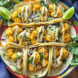 Für diese Tacos brauchen Sie nur einige einfache Zutaten. Hier sind die Hauptzutaten: - 1 Kopf Blumenkohl, in Röschen geschnitten - 1 Tasse Weizenmehl - 1 Tasse Wasser - 1 Teelöffel Knoblauchpulver - 1 Teelöffel Paprika - 1 Teelöffel Salz - ½ Teelöffel schwarzer Pfeffer - 1 Tasse Semmelbrösel (Panko für extra Knusprigkeit) - 8 kleine Maistortillas Der Blumenkohl ist die Hauptzutat. Er wird knusprig und lecker. Die Mehlmischung sorgt für den perfekten Teig. Die richtigen Gewürze machen den Unterschied. Diese Gewürze und Saucen sind wichtig: - ½ Tasse Mayonnaise - 2 Esslöffel süße Chilisauce - 1 Esslöffel Sriracha (nach Geschmack anpassen) Die Bang Bang Sauce gibt den Tacos eine tolle Schärfe. Sie können die Sriracha anpassen. So wird es für jeden passend. Garnierungen machen das Essen schön und lecker. Hier sind einige Vorschläge: - 1 Tasse zerkleinerter Kohl (rot oder grün) - Frische Korianderblätter zum Garnieren - Limettenviertel zum Servieren Der Kohl bringt Frische. Koriander gibt einen tollen Geschmack. Limettenviertel sorgen für einen zusätzlichen Frischekick. Heize deinen Ofen auf 220°C vor. Nimm einen Kopf Blumenkohl und schneide ihn in kleine Röschen. Lege ein Backblech mit Backpapier aus. Dies hilft, die Röschen knusprig zu halten. In einer mittelgroßen Schüssel mische eine Tasse Weizenmehl mit einer Tasse Wasser. Füge einen Teelöffel Knoblauchpulver, einen Teelöffel Paprika, einen Teelöffel Salz und einen halben Teelöffel schwarzen Pfeffer hinzu. Rühre alles gut um, bis die Mischung glatt ist. Tauche die Blumenkohlröschen in den Teig. Lass den überschüssigen Teig abtropfen. Wälze dann die Röschen in einer Tasse Semmelbrösel, bis sie gleichmäßig bedeckt sind. Lege die panierten Röschen auf das Backblech. Backe sie 25-30 Minuten, bis sie goldbraun und knusprig sind. Wende sie nach der Hälfte der Zeit. In einer kleinen Schüssel mische eine halbe Tasse Mayonnaise mit zwei Esslöffeln süßer Chilisauce. Füge einen Esslöffel Sriracha hinzu. Du kannst die Schärfe nach deinem Geschmack anpassen. Rühre alles gut zusammen. Während der Blumenkohl backt, nimm acht kleine Maistortillas. Erwärme sie in einer trockenen Pfanne bei mittlerer Hitze. Mache dies für etwa 30 Sekunden auf jeder Seite, bis sie geschmeidig sind. Wenn der Blumenkohl fertig ist, nimm eine Tortilla. Fülle sie mit einer Handvoll zerkleinertem Kohl. Lege die knusprigen Blumenkohlröschen darauf. Träufle die Bang Bang Sauce darüber. Garniere die Tacos mit frischen Korianderblättern und serviere sie mit Limettenvierteln. Um den besten Blumenkohl zu bekommen, wähle einen frischen Kopf. Achte darauf, dass die Röschen fest und grün sind. Schneide den Blumenkohl in gleich große Stücke. So garen sie gleichmäßig. Blanchiere den Blumenkohl kurz in heißem Wasser, um ihn zart zu machen. Dann tauche ihn in den Teig für das beste Ergebnis. Du kannst die Bang Bang Sauce anpassen. Wenn du es schärfer magst, füge mehr Sriracha hinzu. Für eine süßere Note, nimm mehr süße Chilisauce. Probiere auch andere Gewürze im Teig. Curry-Pulver oder Kreuzkümmel geben eine neue Geschmacksrichtung. Wenn du nicht so viel Koriander magst, ersetze ihn durch Petersilie. Zu den Tacos passen viele Toppings. Zerkleinerte Avocado macht sie cremig. Limettensaft bringt Frische. Auch geröstete Nüsse oder Samen geben einen Crunch. Für mehr Farbe kannst du frische Tomaten oder Radieschen hinzufügen. Experimentiere mit verschiedenen Toppings, um dein perfektes Taco-Erlebnis zu finden! {{image_4}} Wenn Sie eine vegane Variante wünschen, können Sie die Mayonnaise durch pflanzliche Alternativen ersetzen. Verwenden Sie einfach vegane Mayonnaise oder eine Mischung aus Cashewcreme und Zitronensaft. Für glutenfreie Tacos nutzen Sie glutenfreies Mehl und glutenfreie Semmelbrösel. So bleibt der Geschmack toll, und alle können genießen. Sie können auch andere Füllungen ausprobieren. Zum Beispiel sind gebratene Pilze oder gewürzte Bohnen eine gute Wahl. Für einen frischen Kick können Sie auch Avocado oder Guacamole hinzufügen. Diese Zutaten bringen neuen Geschmack und machen Ihre Tacos noch bunter. Haben Sie keine Semmelbrösel zu Hause? Kein Problem! Sie können auch Cornflakes verwenden, um eine knusprige Textur zu erhalten. Wenn Sie keinen Blumenkohl haben, versuchen Sie Brokkoli oder Zucchini. Der Schlüssel ist, kreativ zu sein und die Zutaten zu verwenden, die Sie bereits haben. Bewahre die Tacos in einem luftdichten Behälter auf. So bleiben sie frisch. Lege ein Stück Küchenpapier zwischen die Tacos, um Feuchtigkeit zu vermeiden. Im Kühlschrank halten sie sich bis zu drei Tage. Wenn du die Tacos einfrieren möchtest, mache das ohne die Bang Bang Sauce. Wickel die Tacos gut in Frischhaltefolie ein. Lege sie dann in einen Gefrierbeutel. So bleiben sie bis zu drei Monate gut. Wenn du sie wieder auftauen willst, lasse sie über Nacht im Kühlschrank. Um die Tacos wieder warm zu machen, benutze den Ofen. Heize ihn auf 180°C vor. Lege die Tacos auf ein Backblech und wärme sie für etwa 10 bis 15 Minuten. So bleiben sie knusprig. Vermeide die Mikrowelle, da sie die Tortillas weich macht. Bevor du die Bang Bang Sauce hinzufügst, teste die Temperatur der Tacos. Die Schärfe der Bang Bang Blumen-Cauli-Tacos hängt von der Sriracha ab. Diese Sauce sorgt für die Würze. Wenn du einen milderen Geschmack magst, füge weniger Sriracha hinzu. Du kannst die Schärfe auch mit mehr Mayonnaise ausgleichen. So bleibt der Geschmack lecker, ohne dass es zu scharf wird. Experimentiere, bis du die perfekte Balance findest. Ja, du kannst die Tacos im Voraus zubereiten. Bereite den Blumenkohl und die Sauce vor. Bewahre sie in separaten Behältern im Kühlschrank auf. Wenn du bereit bist zu essen, erwärme die Tortillas und backe den Blumenkohl frisch. Das sorgt für Knusprigkeit. So hast du die besten Tacos, auch wenn du sie etwas früher machst. Zu diesen Tacos passen viele Beilagen. Hier sind einige Ideen: - Guacamole für einen cremigen Geschmack - Salsa für frische Aromen - Reis als sättigende Beilage - Ein einfacher grüner Salat für mehr Crunch - Limettenviertel für zusätzlichen Frischekick Diese Beilagen ergänzen die Tacos und machen das Essen noch besser. In diesem Artikel haben wir die Hauptzutaten für Bang Bang Blumenkohl-Tacos behandelt. Die Schritt-für-Schritt-Anleitung zeigt, wie man sie zubereitet. Tipps helfen dabei, den perfekten Blumenkohl zu erzielen und verschiedene Geschmäcker zu treffen. Zudem haben wir Variationen und Lagerungstipps geteilt, um die Tacos frisch zu halten. Am Ende sind diese Tacos einfach und lecker. Sie passen zu vielen Gelegenheiten. Probier sie aus und entdecke, wie vielseitig Blumenkohl sein kann!