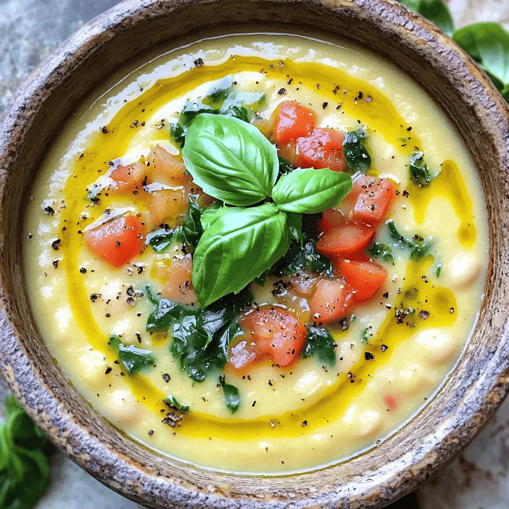 - 2 Dosen Cannellini-Bohnen - 1 mittelgroße Zwiebel - 3 Knoblauchzehen Die Hauptzutaten sind einfach zu finden. Cannellini-Bohnen sind cremig und lecker. Zwiebeln bringen Süße und Geschmack. Knoblauch sorgt für ein tolles Aroma. Diese Zutaten geben der Suppe ihre Basis. - 1 Liter Gemüsebrühe - 240 ml Kokosmilch oder Schlagsahne Die Brühe ist wichtig für den Geschmack. Sie gibt der Suppe Tiefe und Wärme. Du kannst Gemüsebrühe für einen leichten Geschmack wählen. Kokosmilch macht die Suppe cremig. Sahne ist eine tolle Alternative, wenn du es reichhaltiger magst. - 1 Teelöffel getrockneter Oregano - 1 Teelöffel getrockneter Thymian - 1/2 Teelöffel rote Pfefferflocken (optional) Gewürze und Kräuter bringen das Aroma in die Suppe. Oregano und Thymian sind klassisch und passen gut. Rote Pfefferflocken geben einen kleinen Kick. Wenn du es milder magst, lasse sie weg. - Zwiebel und Knoblauch schneiden: Beginne mit einer mittelgroßen Zwiebel. Hacke sie fein. Nimm drei Knoblauchzehen und schneide sie ebenfalls klein. Diese beiden Zutaten geben der Suppe viel Geschmack. - Bohnen abspülen und abtropfen lassen: Nimm zwei Dosen Cannellini-Bohnen. Gieße sie ab und spüle sie unter kaltem Wasser. So entfernst du die Konservierungsflüssigkeit und die Bohnen schmecken frischer. - Zwiebel anbraten: Erhitze zwei Esslöffel Olivenöl in einem großen Topf bei mittlerer Hitze. Füge die gehackte Zwiebel hinzu. Brate sie etwa fünf Minuten lang, bis sie glasig und weich ist. - Knoblauch und Gewürze hinzufügen: Jetzt kommt der gehackte Knoblauch dazu. Koche ihn eine Minute mit der Zwiebel. Füge dann eine Tasse gewürfelte Tomaten, einen Teelöffel Oregano, einen Teelöffel Thymian und rote Pfefferflocken hinzu, falls du es scharf magst. Lass alles zwei bis drei Minuten köcheln. So vermischt sich der Geschmack gut. - Suppe pürieren: Nach dem Köcheln gibst du die Bohnen und einen Liter Gemüsebrühe dazu. Bringe die Mischung zum Kochen und lasse sie dann etwa 15 Minuten köcheln. Nutze einen Stabmixer, um die Suppe zu pürieren. Püriere nur die Hälfte, damit einige Bohnen ganz bleiben. Das macht die Suppe cremig und gibt Biss. - Kokosmilch und Spinat einrühren: Rühre nun 240 ml Kokosmilch und eine Tasse gehackten Spinat ein. Koche die Suppe weitere fünf Minuten, bis der Spinat zusammenfällt. Schmecke die Suppe mit Salz und Pfeffer ab. Wenn sie zu dick ist, füge etwas mehr Brühe hinzu. Um die perfekte Konsistenz deiner Suppe zu erreichen, starte mit der Brühe. Du kannst die Menge an Gemüsebrühe anpassen, um die Textur zu verändern. Möchtest du eine dickere Suppe? Reduziere die Brühe um 100 ml. Für eine dünnere Konsistenz füge mehr Brühe hinzu. Rühre gut um, damit sich die Zutaten vermischen. Um die Aromen zu intensivieren, probiere zusätzliche Gewürze. Ein Hauch von geräuchertem Paprika gibt der Suppe Tiefe. Frischer Pfeffer bringt eine feine Schärfe. Wenn du es würziger magst, füge mehr rote Pfefferflocken hinzu. Auch ein Spritzer Zitronensaft kurz vor dem Servieren hebt die Aromen hervor. Frisches Basilikum ist eine wunderbare Garnierung. Es bringt Farbe und Frische. Zupfe die Blätter und streue sie direkt vor dem Servieren über die Suppe. Du kannst auch geröstete Pinienkerne oder ein paar Tropfen Olivenöl hinzufügen. Diese kleinen Details machen die Suppe noch leckerer und schöner. {{image_4}} Für eine nahrhafte Variante kannst du Hühnchen oder Tofu hinzufügen. Wenn du Hühnchen verwendest, koche es zuerst in der Suppe. Schneide es dann in Stücke und mische es unter. Tofu ist eine tolle Option für Veganer. Brate den Tofu zuerst an, um ihn knusprig zu machen. Dann gib ihn in die Suppe. Beide Optionen machen die Suppe noch sättigender. Wenn du die Suppe vegan machen möchtest, ersetze die Kokosmilch durch pflanzliche Sahne. Das gibt der Suppe eine ähnliche Cremigkeit. Du kannst auch Mandel- oder Sojasahne verwenden. Diese Optionen sind leicht und lecker. Sie passen gut zu den anderen Geschmäckern in der Suppe. Füge mehr Gemüse hinzu, um die Suppe noch bunter zu machen. Karotten und Sellerie sind großartige Ergänzungen. Schneide sie klein und brate sie zusammen mit der Zwiebel an. Das gibt der Suppe mehr Geschmack und Textur. Du kannst auch Zucchini oder Paprika verwenden. Das macht die Suppe noch gesünder und schmackhafter. Um die Suppe frisch zu halten, solltest du sie schnell abkühlen. Gieße die Suppe in einen flachen Behälter. So kühlt sie schneller ab. Decke den Behälter gut ab. Die Suppe bleibt im Kühlschrank bis zu fünf Tage haltbar. Achte darauf, sie in Portionen zu teilen. So kannst du sie leicht aufwärmen. Einfrieren ist eine tolle Möglichkeit, die Suppe länger zu lagern. Fülle die abgekühlte Suppe in gefrierfreundliche Behälter. Lass etwas Platz, damit sich die Suppe ausdehnen kann. Beschrifte die Behälter mit Datum. Die Suppe hält sich bis zu drei Monate im Gefrierfach. Zum Auftauen lege die Suppe einfach in den Kühlschrank. Du kannst sie auch direkt in einem Topf bei niedriger Hitze erwärmen. Hast du Reste? Mach mehr daraus! Du kannst die Suppe als Basis für ein Eintopfgericht verwenden. Füge gekochtes Gemüse oder Reis hinzu. Eine andere Idee ist, die Suppe in einen Wrap zu füllen. Das macht eine leckere und nahrhafte Mahlzeit. Du kannst sie auch als Sauce für Pasta verwenden. So sparst du Zeit und genießt leckeres Essen! Ja, du kannst Bohnen selbst kochen. Beginne mit getrockneten Cannellini-Bohnen. Weiche sie über Nacht in Wasser ein. Am nächsten Tag spüle sie ab. Koche die Bohnen dann in frischem Wasser. Lass sie etwa 1 bis 1,5 Stunden kochen, bis sie weich sind. Achte darauf, das Wasser regelmäßig zu überprüfen. Das gibt dir frische Bohnen für deine Suppe. Die Suppe hält sich gut im Kühlschrank. Du kannst sie etwa 3 bis 5 Tage aufbewahren. Stelle sicher, dass du die Suppe in einem luftdichten Behälter aufbewahrst. Das schützt sie vor Gerüchen und hält sie frisch. Wenn du die Suppe länger aufbewahren möchtest, friere sie ein. So bleibt sie für mehrere Monate haltbar. Ja, du kannst die Suppe im Voraus zubereiten. Koche die Suppe und lasse sie abkühlen. Fülle sie dann in einen Behälter und stelle sie in den Kühlschrank. Wenn du sie später essen möchtest, wärme sie einfach auf dem Herd oder in der Mikrowelle. Achte darauf, die Suppe gut umzurühren, um die Wärme gleichmäßig zu verteilen. So hast du immer eine schnelle, leckere Mahlzeit bereit! Diese Suppe ist einfach zuzubereiten und voller Geschmack. Wir haben wichtige Zutaten wie Cannellini-Bohnen, Zwiebeln und Knoblauch verwendet. Mit Gemüsebrühe und Kokosmilch entsteht eine tolle Konsistenz. Denke daran, deine Gewürze anzupassen, um das Aroma zu verstärken. Du kannst die Suppe perfekt aufbewahren oder einfrieren. Egal ob vegan oder proteinreich, diese Suppe hat viele Variationen. Experimentiere in der Küche und genieße die leckeren Ergebnisse!