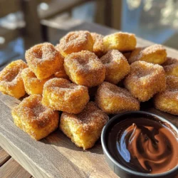 Für die perfekten Churro Bites brauchst du einige wichtige Zutaten. Hier sind die Hauptzutaten: - 1 Tasse Allzweckmehl - 1/4 Tasse Kristallzucker - 1/2 Teelöffel Zimt (plus extra für die Bedeckung) - 1/4 Teelöffel Salz - 1 Tasse Wasser - 2 Esslöffel ungesalzene Butter - 1 Teelöffel Vanilleextrakt - 1/2 Teelöffel Backpulver - Kochspray Diese Zutaten sind der Grundstein für einen tollen Teig. Das Mehl gibt Struktur, und die Butter sorgt für einen reichhaltigen Geschmack. Neben den Hauptzutaten gibt es noch einige Extras, die du benötigen wirst. Diese Zutaten machen das Kochen einfacher und effektiver: - Kochspray: Dies hilft, die Churro Bites knusprig zu machen und klebt nicht. Du kannst auch etwas Kreativität zeigen, indem du mit diesen Zutaten spielst. Wenn die Churro Bites fertig sind, kannst du sie ganz nach deinem Geschmack servieren. Hier sind einige Ideen: - Schokoladensauce zum Dippen: Diese Sauce ergänzt die Süße und den Zimtgeschmack. - Puderzucker: Ein wenig Puderzucker macht die Bites noch süßer und hübscher. - Frisches Obst: Eine fruchtige Beilage kann helfen, die Süße auszugleichen. Mit diesen Zutaten und Optionen machst du deine Churro Bites zu einem echten Genuss! Um den perfekten Teig für Churro Bites zu machen, beginne mit einem mittelgroßen Topf. Fülle ihn mit 1 Tasse Wasser, 2 Esslöffeln Butter und 1/4 Teelöffel Salz. Stelle den Topf bei mittlerer Hitze auf den Herd. Lass die Mischung zum Kochen bringen. Wenn das Wasser sprudelt, nimm den Topf vom Herd. Jetzt gib 1 Tasse Allzweckmehl, 1/2 Teelöffel Backpulver und 1 Teelöffel Vanilleextrakt hinzu. Rühre mit einem Holzlöffel kräftig, bis der Teig glatt und dick ist. Dies ist der Schlüssel für luftige Churros! Lass den Teig etwas abkühlen, damit er sich besser verarbeiten lässt. Nimm einen Spritzbeutel mit einer großen Sternenspritze. Fülle den Beutel mit dem abgekühlten Teig. Spritze kleine Stücke, etwa 2,5 cm lang, auf ein mit Backpapier ausgelegtes Blech. Achte darauf, genug Platz zwischen den Stückchen zu lassen. So können sie gleichmäßig garen. Heize deinen Air Fryer auf 190 °C vor. Dies dauert etwa 5 Minuten. Sprühe den Korb des Air Fryers leicht mit Kochspray ein. Lege die Churro Bites in einer einzigen Schicht in den Korb. Achte darauf, dass sie nicht überlappen. Gar die Bites für 8-10 Minuten. Sie sind fertig, wenn sie goldbraun und knusprig sind. Während sie garen, mische den restlichen Zucker mit etwas Zimt in einer Schüssel. Sobald die Churro Bites fertig sind, nimm sie heraus und wälze sie in der Zucker-Zimt-Mischung. So sind sie perfekt süß und lecker! Ein häufiger Fehler ist, den Teig zu lange zu kochen. Dieser Schritt kann die Textur der Churro Bites beeinträchtigen. Halte die Kochzeit im Blick. Lass den Teig nach dem Kochen etwas abkühlen. So kannst du ihn besser verarbeiten. Ein weiterer Fehler ist, die Churro Bites zu nah beieinander zu legen. Dadurch können sie aneinander kleben. Stelle sicher, dass genug Platz im Air Fryer bleibt. Wenn nötig, gare sie in mehreren Durchgängen. Die perfekte Konsistenz für den Teig ist wichtig. Der Teig sollte dick, aber geschmeidig sein. Wenn er zu trocken ist, füge etwas Wasser hinzu. Ist er zu feucht, streue mehr Mehl hinein. Achte darauf, beim Spritzen gleichmäßige Stücke zu formen. Jedes Stück sollte etwa 2,5 cm lang sein. So garen sie gleichmäßig. Heize deinen Air Fryer immer vor. Bei 190 °C (375 °F) erreichst du die beste Knusprigkeit. Die Garzeit beträgt 8 bis 10 Minuten. Überprüfe die Bites auf Goldbraunheit. Wenn du mehrere Durchgänge machst, halte die ersten Bites warm. Lege sie auf einen Teller und decke sie mit einem sauberen Tuch ab. So bleiben sie warm und knusprig. {{image_4}} Du kannst deine Churro Bites aufpeppen! Füge Schokolade oder Zimtfüllung hinzu. Für die Schokoladenfüllung, schmelze etwas Schokolade und fülle die Churros damit. Sie schmecken dann wunderbar schokoladig. Wenn du Zimtfüllung magst, mische etwas Zimt und Zucker. Fülle die Churros vor dem Frittieren und genieße den süßen Biss. Mach deine Churro Bites glutenfrei. Verwende glutenfreies Mehl anstelle von Allzweckmehl. Achte darauf, dass die anderen Zutaten ebenfalls glutenfrei sind. Der Teig wird genauso lecker und knusprig sein. Jeder kann sie genießen, egal ob glutenfrei oder nicht. Dips machen das Essen noch besser! Schokoladensauce ist ein Klassiker. Du kannst auch Karamellsauce oder Erdbeersauce probieren. Wenn du etwas Frisches magst, serviere die Churros mit einer Beerenmischung. Sie ergänzen den süßen Geschmack perfekt. Lass deiner Kreativität freien Lauf und finde deinen Lieblingsdip! Um die Churro Bites frisch zu halten, bewahren Sie sie in einem luftdichten Behälter auf. Vermeiden Sie es, sie in den Kühlschrank zu legen, da sie weich werden können. Lagern Sie sie bei Raumtemperatur für die besten Ergebnisse. So bleiben sie knusprig und lecker. Wenn Sie die Churro Bites wieder aufwärmen möchten, nutzen Sie den Air Fryer. Erhitzen Sie sie bei 180 °C für etwa 3 bis 5 Minuten. Dies sorgt dafür, dass sie wieder knusprig werden. Vermeiden Sie die Mikrowelle, da sie die Churros weich macht. Die Churro Bites halten sich bei richtiger Lagerung etwa 2 bis 3 Tage. Sie können sie auch einfrieren. Legen Sie die Bites in einen Gefrierbeutel, und entfernen Sie so viel Luft wie möglich. Im Gefrierfach bleiben sie bis zu einem Monat frisch. Um sie aufzutauen, lassen Sie sie einfach bei Raumtemperatur stehen, bevor Sie sie wieder aufwärmen. Churro Bites schmecken am besten frisch. Du kannst sie aber auch aufbewahren. Wenn du sie in einem luftdichten Behälter aufbewahrst, bleiben sie etwa 1 bis 2 Tage frisch. Du solltest sie kühl lagern. Um die Knusprigkeit zu erhalten, lege ein Papiertuch in den Behälter. Ja, du kannst den Teig im Voraus machen. Bereite den Teig einfach wie gewohnt zu und lasse ihn dann abkühlen. Wickele den Teig in Frischhaltefolie und lege ihn in den Kühlschrank. So bleibt er bis zu 24 Stunden frisch. Vor dem Frittieren solltest du den Teig leicht erwärmen, damit er sich besser spritzen lässt. Es gibt viele leckere Dips für Churro Bites. Einer der besten Dips ist Schokoladensauce. Sie ergänzt die Süße der Churros perfekt. Auch Karamellsauce oder Zimt-Zucker-Butter sind tolle Optionen. Du kannst auch eine fruchtige Dip-Sauce, wie Erdbeer- oder Himbeersauce, ausprobieren. Churro Bites sind ein köstlicher Snack, der einfach zuzubereiten ist. Wir haben die Hauptzutaten und die besten Tipps besprochen. Du lernst, wie du den Teig perfekt zubereitest und die Stücke formst. Auch die Garmethoden, vor allem im Air Fryer, wurden erläutert. Denk daran, verschiedene Variationen und Dips auszuprobieren. Sie machen deine Churro Bites noch spannender. Mit den Lagerungshinweisen bleibt der Genuss länger frisch. Sei kreativ und genieße die süßen Leckereien!