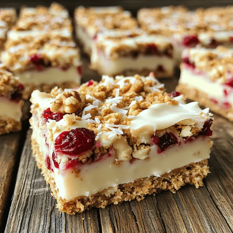 Für die No-Bake Weiße Schokoladen-Cranberry-Riegel brauchst du folgende Zutaten: - 2 Tassen Graham-Cracker-Brösel - 1 Tasse ungesüßte, geraspelte Kokosnuss - 1/2 Tasse Walnüsse, grob gehackt - 1 Tasse getrocknete Cranberries - 225 Gramm weiße Schokolade, grob gehackt - 1/2 Tasse gesüßte, kondensierte Milch - 1 Teelöffel Vanilleextrakt - Eine Prise Salz Die Wahl der Zutaten ist wichtig für den Geschmack. Graham-Cracker-Brösel geben die Basis. Sie sind süß und knusprig. Die Kokosnuss bringt einen tropischen Flair. Du kannst auch gesüßte Kokosnuss verwenden, wenn du es süßer magst. Walnüsse fügen einen guten Crunch hinzu, aber du kannst sie auch weglassen oder durch Mandeln ersetzen. Die getrockneten Cranberries geben eine fruchtige Note und sind leicht sauer. Achte darauf, eine gute Qualität der weißen Schokolade zu wählen. Sie sollte gut schmelzen und süß sein. Kondensierte Milch macht die Mischung cremig und süß. Die Prise Salz hilft, den Geschmack der Schokolade zu heben. Die Riegel sind ein toller Snack, aber auch reich an Kalorien. Eine Portion hat etwa: - Kalorien: 200 - Fett: 10 g - Kohlenhydrate: 26 g - Zucker: 15 g - Eiweiß: 2 g Diese Werte können variieren, je nachdem, welche Zutaten du verwendest. Die Riegel sind perfekt für einen schnellen Energieschub oder als süßer Snack. Zuerst musst du die trockenen Zutaten vorbereiten. Nimm eine große Schüssel und füge die Graham-Cracker-Brösel hinzu. Diese geben den Riegeln eine tolle Basis. Dann komm die ungesüßte, geraspelte Kokosnuss dazu. Sie bringt einen süßen und nussigen Geschmack mit. Jetzt sind die grob gehackten Walnüsse dran. Sie fügen eine schöne Knusprigkeit hinzu. Zuletzt gib die getrockneten Cranberries dazu. Sie sorgen für eine fruchtige Süße. Mische alles gut, bis die Zutaten gleichmäßig verteilt sind. Jetzt ist es Zeit, die weiße Schokolade zu schmelzen. Nimm eine mikrowellengeeignete Schüssel und füge die grob gehackte weiße Schokolade hinzu. Erhitze die Schokolade in der Mikrowelle in 20-Sekunden-Intervallen. Rühre die Schokolade nach jedem Intervall um. So vermeidest du, dass sie anbrennt. Wenn die Schokolade ganz geschmolzen und glatt ist, ist sie bereit für den nächsten Schritt. Sobald die Schokolade geschmolzen ist, füge die gesüßte, kondensierte Milch hinzu. Das gibt den Riegeln eine cremige Textur. Gib auch den Vanilleextrakt und eine Prise Salz dazu. Mische alles gut, bis es eine homogene Masse gibt. Jetzt gieße diese Mischung in die Schüssel mit den trockenen Zutaten. Rühre vorsichtig, bis alles gut vermischt ist. Bereite eine Backform vor. Lege sie mit Backpapier aus, damit du die Riegel später leicht herausnehmen kannst. Gib die Mischung in die Form und drücke sie gleichmäßig mit einem Spatel oder deinen Händen an. Kühle die Riegel für mindestens 2 Stunden im Kühlschrank. Wenn sie fest sind, hebe die Riegel mit dem Backpapier heraus und schneide sie in Quadrate. Jetzt sind deine No-Bake Weiße Schokoladen-Cranberry-Riegel bereit zum Genießen! Vermeide es, die Schokolade zu überhitzen. Schmelze sie in kurzen Intervallen. Rühre gut um, um Klumpen zu vermeiden. Wenn die Mischung zu trocken ist, füge etwas mehr Milch hinzu. Achte darauf, die Riegel gut in die Form zu drücken. So halten sie besser zusammen. Die richtige Konsistenz ist wichtig für den perfekten Biss. Die Mischung sollte feucht, aber nicht nass sein. Wenn du zu viel Kokosnuss oder Walnüsse hinzufügst, kann es bröckelig werden. Die gesüßte, kondensierte Milch hilft, alles zusammenzuhalten. Lass die Riegel nach dem Kühlen vollständig fest werden. Bereite alle Zutaten im Voraus vor. So geht es schneller und einfacher. Verwende eine Backform mit hohen Rändern. Das erleichtert das Herausnehmen der Riegel. Kühl die Riegel mindestens zwei Stunden oder bis sie fest sind. Das sorgt für den besten Geschmack und die beste Textur. {{image_4}} Wenn du Walnüsse nicht magst, gibt es viele andere Optionen. Du kannst Mandeln nutzen. Sie bieten einen tollen Crunch. Cashews sind auch eine gute Wahl. Diese Nüsse sind weich und süß. Du kannst auch Haselnüsse probieren. Sie bringen einen reichen, nussigen Geschmack. Denke daran, die Nüsse grob zu hacken. So bleiben sie gut in den Riegeln verteilt. Cranberries sind toll, aber du kannst mehr verwenden. Zum Beispiel eignen sich Aprikosen hervorragend. Sie bringen eine fruchtige Süße. Rosinen sind eine andere Option. Sie sind süß und klebrig, was gut funktioniert. Du kannst auch getrocknete Äpfel oder Feigen probieren. Diese Früchte geben einen interessanten Geschmack. Mische dir einfach die Früchte, die dir am besten gefallen. So wird dein Riegel einzigartig. Weiße Schokolade ist klassisch, aber du kannst auch andere Sorten nehmen. Dunkle Schokolade macht die Riegel intensiver. Milchschokolade bringt mehr Süße. Du kannst sogar Schokolade mit Aromen nutzen. Zum Beispiel gibt es Schokolade mit Orange oder Minze. Diese Sorten bringen einen frischen Twist. Wenn du einen besonderen Geschmack willst, füge etwas Zimt oder Muskatnuss hinzu. So wird dein Riegel noch leckerer. Die No-Bake weiße Schokoladen-Cranberry-Riegel sollten im Kühlschrank aufbewahrt werden. Sie bleiben frisch und lecker, wenn du sie in einem luftdichten Behälter lagerst. So verhinderst du, dass Feuchtigkeit eindringt und die Riegel matschig werden. Wenn du keinen luftdichten Behälter hast, kannst du die Riegel auch in Frischhaltefolie einwickeln. Achte darauf, dass sie gut verpackt sind, um den Geschmack zu erhalten. Falls du Riegel für später aufbewahren möchtest, kannst du sie auch einfrieren. Schneide die Riegel in Stücke, bevor du sie in einen gefrierfesten Beutel legst. Vergiss nicht, die Luft so gut wie möglich herauszudrücken. So bleiben die Riegel etwa drei Monate frisch. Wenn du bereit bist, sie zu essen, lass sie einfach im Kühlschrank auftauen. Die Haltbarkeit dieser Riegel beträgt im Kühlschrank etwa eine Woche. Sie schmecken am besten, wenn du sie frisch genossen hast. Wenn du sie einfrierst, können sie bis zu drei Monate halten. Achte darauf, sie gut zu verpacken, damit sie nicht austrocknen. So hast du immer einen schnellen und leckeren Snack zur Hand. Die Riegel halten sich etwa eine Woche im Kühlschrank. Sie bleiben frisch und lecker, wenn Sie sie in einem luftdichten Behälter aufbewahren. Achten Sie darauf, dass die Riegel nicht mit Feuchtigkeit in Berührung kommen. So bleibt die Konsistenz schön. Ja, Sie können die Riegel ohne Kokosnuss zubereiten. Lassen Sie die Kokosnuss einfach weg und fügen Sie mehr Graham-Cracker-Brösel hinzu. Dies sorgt für die gleiche Textur. Sie können auch andere Zutaten wie Mandeln oder Haferflocken verwenden, um eine neue Note zu erhalten. Servieren Sie die Riegel auf einer schönen Platte. Garnieren Sie sie mit frischen Cranberries und Kokosraspeln. Dies macht die Riegel noch ansprechender. Sie können auch einen Klecks Sahne oder Eis dazugeben. Ihre Gäste werden die Kombination lieben. In diesem Artikel haben wir alle Schritte zur Herstellung leckerer Riegel behandelt. Wir haben die Zutaten besprochen, Tipps für die Zubereitung gegeben und Variationen vorgestellt. Zudem habe ich wichtige Lagerinformationen geteilt, damit die Riegel frisch bleiben. Denk daran, Fehler zu vermeiden und die richtige Konsistenz zu erreichen. Es macht Spaß, mit verschiedenen Zutaten zu experimentieren. Ich hoffe, du wagst es, deine eigenen Riegel zu kreieren und genießt sie!