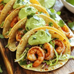 - 450 g Garnelen, geschält und entdarmt - 8 kleine Maistortillas - 1 Tasse fein geschnittenes Kohl Die Garnelen sind der Star der Tacos. Sie bringen den frischen Geschmack des Meeres. Wählen Sie frische oder tiefgefrorene Garnelen für beste Ergebnisse. Die Maistortillas sind weich und perfekt für die Füllung. Sie sorgen für eine schöne Basis. Der Kohl fügt eine knackige Textur hinzu und macht die Tacos bunt. - 1 reife Avocado - 120 g Schmand oder griechischer Joghurt - 1 Esslöffel Limettensaft Die Avocado-Crema ist der cremige Traum. Sie macht die Tacos reichhaltig und lecker. Verwenden Sie reife Avocados für den besten Geschmack. Schmand oder griechischer Joghurt geben der Creme eine tolle Konsistenz. Der Limettensaft bringt Frische hinein. - 2 Esslöffel Olivenöl - 1 Esslöffel Chilipulver - 1 Teelöffel Kreuzkümmel - 1 Teelöffel geräuchertes Paprikapulver - 1/2 Teelöffel Cayennepfeffer (nach Geschmack anpassen) - Salz und Pfeffer nach Geschmack Die Gewürze bringen den Kick in die Garnelen. Olivenöl sorgt für die richtige Hitze. Chilipulver und Kreuzkümmel geben den Tacos Tiefe. Geräuchertes Paprikapulver fügt eine rauchige Note hinzu. Der Cayennepfeffer kann die Tacos nach Wunsch schärfer machen. Salz und Pfeffer runden alles ab. - Für die Avocado-Crema nimm eine reife Avocado, Schmand, Limettensaft und etwas Salz. - Mische alles in einem Mixer. Püriere es gut, bis die Creme glatt ist. Die richtige Konsistenz macht sie perfekt für die Tacos. - In einer großen Schüssel fügst du die geschälten Garnelen hinzu. Gib Olivenöl, Chilipulver, Kreuzkümmel, geräuchertes Paprikapulver, Cayennepfeffer, Salz und Pfeffer dazu. - Vermische alles gut. So sind die Garnelen gleichmäßig mit den Gewürzen bedeckt und bereit zum Braten. - Erhitze eine große Pfanne auf mittlerer bis hoher Hitze. Die Pfanne muss heiß sein, bevor du die Garnelen hinzufügst. - Brate die Garnelen 2-3 Minuten auf jeder Seite. Sie sind fertig, wenn sie rosa und undurchsichtig sind. Nimm sie vom Herd. - In einer separaten Pfanne erwärmst du die Maistortillas bei mittlerer Hitze. Mach das etwa 30 Sekunden pro Seite. - Achte darauf, dass sie geschmeidig sind, damit sie sich leicht rollen lassen. - Lege eine Portion der gebratenen Garnelen auf jede Tortilla. Füge fein geschnittenen Kohl und einen großen Klecks Avocado-Crema hinzu. - Garniere die Tacos mit frisch gehacktem Koriander. So sehen sie nicht nur gut aus, sie schmecken auch toll! - Serviere die Tacos warm auf einem schönen Teller. - Lege Limettenspalten daneben. Diese geben einen tollen zusätzlichen Geschmack. Um die perfekte Textur für Garnelen zu erreichen, sollten sie frisch sein. Wählen Sie Garnelen, die fest und glänzend sind. Sie sollten nicht matschig oder grau aussehen. Um zu verhindern, dass Garnelen übergart werden, braten Sie sie nur 2-3 Minuten auf jeder Seite. Sie sind fertig, wenn sie rosa und undurchsichtig sind. Überwachen Sie die Garzeit genau, da zu langes Kochen sie zäh macht. Eine einfache Avocado-Crema kann Sie überraschen. Fügen Sie einen Teelöffel Knoblauchpulver oder frische Kräuter hinzu. Das bringt einen neuen Geschmack. Für eine dickere Konsistenz, verwenden Sie weniger Schmand. Wenn Sie eine leichtere Crema wollen, fügen Sie mehr Limettensaft hinzu. Experimentieren Sie mit den Zutaten, um Ihre perfekte Mischung zu finden. Wählen Sie die Tortillas, die Ihnen am besten schmecken. Vollkorn-Tortillas sind eine gesunde Wahl. Sie bieten mehr Ballaststoffe. Glutenfreie Tortillas sind ideal für Allergiker. Egal, welche Sie wählen, werfen Sie sie kurz in die Pfanne. So bleiben sie weich und geschmeidig. Passen Sie die Tortilla-Größe an Ihre Vorlieben an. Kleinere Tortillas sind perfekt für Kinder. {{image_4}} Für eine vegetarische Option kannst du Gemüse anstelle von Garnelen verwenden. Ich empfehle, Paprika, Zucchini und Zwiebeln zu nehmen. Schneide das Gemüse in kleine Stücke. Dann würze es mit Olivenöl, Chilipulver und Kreuzkümmel. Brate das Gemüse in der Pfanne, bis es weich ist. Fülle dann die Tortillas mit dem Gemüse und der Avocado-Crema. Die Aromen sind frisch und lecker. Wenn du es schärfer magst, füge scharfe Saucen hinzu. Sriracha oder eine andere scharfe Sauce passt gut. Du kannst auch die Gewürze anpassen. Mehr Cayennepfeffer macht die Garnelen schärfer. Experimentiere mit anderen Gewürzen, wie Chili-Flocken oder frischem Chili. So bekommst du den perfekten Kick für deine Tacos. Für passende Beilagen gibt es viele Möglichkeiten. Ein frischer Salat mit Tomaten, Gurken und Limettensaft ist eine tolle Ergänzung. Auch Reis ist eine gute Wahl. Du kannst Naturreis oder würzigen Reis machen. Beides passt wunderbar zu den Tacos. So hast du ein komplettes und schmackhaftes Essen. Um die Spicy Shrimp Tacos frisch zu halten, lagere sie in einem luftdichten Behälter. Idealerweise bewahrst du sie im Kühlschrank auf. Die Garnelen und die Tortillas sollten getrennt gelagert werden. So bleiben sie länger frisch und schmackhaft. Wenn du die Tacos später essen möchtest, erwärme die Tortillas leicht in einer Pfanne. So werden sie wieder weich und lecker. Die Avocado-Crema ist besonders empfindlich. Um sie frisch zu halten, decke sie gut ab. Verwende Frischhaltefolie, um die Luft abzuhalten. Du kannst auch etwas Limettensaft darüber träufeln. Das hilft, die Farbe zu erhalten. Vor dem Servieren rühre die Crema gut um. So wird sie wieder schön cremig. Die Tacos bleiben im Kühlschrank etwa 2 bis 3 Tage frisch. Achte darauf, dass du sie in einem luftdichten Behälter lagerst. Die Avocado-Crema hält sich 1 bis 2 Tage. Wenn sie braun wird oder einen schlechten Geruch hat, ist es Zeit, sie wegzuwerfen. Überprüfe die Garnelen auf eine feste Textur. Wenn sie schleimig sind, sind sie nicht mehr gut. Die Schärfe hängt von dir ab. Du kannst den Cayennepfeffer nach Geschmack anpassen. Wenn du es milder magst, verwende weniger oder lasse ihn ganz weg. Für mehr Schärfe, füge etwas scharfe Soße hinzu. Experimentiere, bis du deine perfekte Mischung gefunden hast. Ja, du hast viele Optionen. Du kannst Hähnchen oder Tofu verwenden. Beide sind tolle Alternativen. Wenn du Meeresfrüchte magst, probiere Jakobsmuscheln oder Fisch. Achte darauf, die Kochzeit anzupassen, je nach Zutat. Die Avocado-Crema ist sehr anpassbar. Füge Knoblauch oder Jalapeños für mehr Geschmack hinzu. Du kannst auch frische Kräuter wie Basilikum oder Petersilie verwenden. Experimentiere mit verschiedenen Zutaten, um deinen Lieblingsgeschmack zu finden. Die Tacos bleiben bis zu zwei Tage frisch. Lagere die Garnelen und die Crema getrennt von den Tortillas. Halte sie in einem luftdichten Behälter im Kühlschrank. Vor dem Essen einfach aufwärmen. Ja, du kannst glutenfreie Tortillas verwenden. Achte darauf, dass die Tortillas als glutenfrei gekennzeichnet sind. So kannst du die Tacos genießen, ohne dir Sorgen um Gluten zu machen. Diese Tacos sind einfach zu machen und sehr lecker. Du hast gelernt, wie man Garnelen würzt und die perfekte Avocado-Crema zubereitet. Wir haben viele Tipps gegeben, um deine Tacos zu verbessern. Du kannst verschiedene Tortillas wählen oder sie sogar vegetarisch zubereiten. Denke daran, die Tacos frisch zu lagern. Probiere auch die Variationen aus, um mehr Abwechslung zu finden. Experimentiere, um deine perfekte Tacos-Version zu kreieren. Viel Spaß beim Kochen!