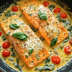 Für dieses Rezept benötigst du die folgenden Zutaten: - 4 Lachsfilets - 2 Esslöffel Olivenöl - 4 Knoblauchzehen, gehackt - 1 Tasse Kirschtomaten, halbiert - 1 Tasse Babyspinat - 1/2 Tasse Sahne - 1/2 Tasse geriebener Parmesan - 1 Teelöffel italienische Gewürzmischung - Salz und Pfeffer nach Geschmack Diese Zutaten machen den Lachs saftig und voller Geschmack. Der Lachs ist die Hauptzutat und bietet eine tolle Basis. Die Gewürze und Öle sind wichtig für den Geschmack. Ich benutze: - 2 Esslöffel Olivenöl - 1 Teelöffel italienische Gewürzmischung - Salz und Pfeffer nach Geschmack Das Olivenöl gibt dem Gericht einen reichhaltigen Geschmack. Die italienische Gewürzmischung bringt die Aromen zusammen. Salz und Pfeffer schärfen den Geschmack des Lachses. Eine schöne Garnitur macht das Gericht noch besser. Hier sind meine Vorschläge: - Frisches Basilikum zur Garnierung Basilikum fügt einen frischen, aromatischen Hauch hinzu. Es sieht auch schön aus und macht das Gericht einladender. Beginne mit 4 Lachsfilets. Wasche sie unter kaltem Wasser. Tupfe sie dann mit einem Papiertuch trocken. Würze die Filets mit Salz und Pfeffer. Dies gibt dem Lachs einen guten Geschmack. Erhitze 2 Esslöffel Olivenöl in einer großen Pfanne. Stelle die Hitze auf mittel. Wenn das Öl heiß ist, lege die Filets mit der Hautseite nach unten in die Pfanne. Brate sie für 4-5 Minuten. Wende die Filets vorsichtig und brate sie für weitere 3-4 Minuten. Der Lachs sollte durchgegart sein und leicht auseinanderfallen. Nimm die Filets aus der Pfanne und lege sie auf einen Teller. In derselben Pfanne füge 4 gehackte Knoblauchzehen hinzu. Dünste den Knoblauch für etwa 1 Minute. Er sollte aromatisch sein, aber nicht braun werden. Gib 1 Tasse halbierte Kirschtomaten und 1 Teelöffel italienische Gewürzmischung dazu. Koche die Mischung für 3-4 Minuten. Die Tomaten sollten weich werden. Rühre 1 Tasse Babyspinat ein. Koche weiter, bis der Spinat zusammenfällt. Gieße nun 1/2 Tasse Sahne in die Pfanne. Füge 1/2 Tasse geriebenen Parmesan hinzu. Rühre alles gut um. Lass die Sauce für 2-3 Minuten köcheln, bis sie leicht eindickt. Lege die Lachsfilets wieder in die Pfanne. Lass sie in der cremigen Sauce liegen. Löffle etwas Sauce über die Oberseiten des Lachses. Koche für ein bis zwei Minuten, bis alles gut durchgewärmt ist. Probiere die Sauce. Wenn nötig, passe die Gewürze mit Salz und Pfeffer an. Vor dem Servieren, garniere das Gericht mit frischem Basilikum. Jetzt ist dein cremiger Knoblauch-Toskanischer Lachs bereit zum Genießen! Um den Lachs perfekt zu braten, beginne mit frischem Fisch. Achte darauf, dass die Haut trocken ist. Dies hilft, eine knusprige Haut zu bekommen. Erhitze das Olivenöl in der Pfanne, bis es heiß ist. Lege die Lachsfilets mit der Hautseite nach unten hinein. Brate sie für 4-5 Minuten, ohne sie zu bewegen. Wende den Lachs vorsichtig und brate ihn weitere 3-4 Minuten. So wird der Fisch zart und saftig. Für mehr Geschmack kannst du verschiedene Zutaten hinzufügen. Probiere, Oliven oder Kapern in die Sauce zu geben. Diese bringen einen salzigen Kick. Du kannst auch ein wenig Zitrone nutzen. Der Saft gibt frische Aromen und hebt den Geschmack. Für einen schärferen Biss füge rote Paprika oder Chiliflocken hinzu. So wird das Gericht noch spannender. Die Sauce ist der Star dieses Gerichts. Du kannst die Sahne durch Kokosmilch ersetzen. Das macht die Sauce leichter und vegan. Für einen intensiveren Geschmack kannst du noch mehr Parmesan hinzufügen. Wenn du es cremiger magst, reduziere die Hitze, damit die Sauce nicht zu schnell eindickt. Probiere auch, frische Kräuter wie Petersilie oder Dill einzufügen. Diese bringen Farbe und Aroma in dein Gericht. {{image_4}} Für einen mediterranen Twist füge schwarze Oliven und Feta-Käse hinzu. Nach dem Kochen der Sauce kannst du die Oliven und den zerbröckelten Feta unterrühren. Die salzigen Oliven ergänzen den Lachs perfekt. Der Feta bringt eine tolle, cremige Textur. Zusammen bieten sie einen frischen Geschmack, der an einen sonnigen Tag am Meer erinnert. Du wirst den Unterschied lieben! Für eine vegane Variante ersetze den Lachs durch Tofu oder Blumenkohlsteaks. Tofu hat eine tolle Textur und nimmt alle Aromen gut auf. Nutze Kokosmilch anstelle von Sahne für eine cremige Konsistenz. Auch Hefeflocken können den Käsegeschmack ersetzen. Diese Anpassungen bieten dir eine leckere, pflanzliche Mahlzeit. Es wird dir nicht an Geschmack mangeln! Wenn du keinen Lachs magst, probiere Forelle oder Kabeljau. Beide Fische sind zart und haben einen milden Geschmack. Sie nehmen die Aromen der Sauce gut an. Du kannst auch Hähnchenbrust verwenden, wenn du etwas anderes möchtest. Achte darauf, die Garzeiten anzupassen. So bleibt dein Gericht immer saftig und lecker. Wenn du Reste hast, lass den Lachs zuerst abkühlen. Danach lege die Reste in einen luftdichten Behälter. Diese Methode hält den Lachs frisch. Stelle den Behälter in den Kühlschrank. So bleibt er bis zu drei Tage gut. Um den Lachs wieder warm zu machen, nimm ihn aus dem Kühlschrank. Lege die Reste in eine Pfanne. Füge einen kleinen Schuss Wasser oder Sahne hinzu. Dies hilft, die Sauce cremig zu halten. Erhitze alles bei mittlerer Hitze. Rühre häufig um, bis es warm ist. So bleibt der Lachs saftig. Die Lachsfilets bleiben frisch, wenn du sie richtig lagerst. Im Kühlschrank sind sie bis zu zwei Tage haltbar. Kirschtomaten und Spinat sind ebenfalls kurz haltbar. Tomaten bleiben etwa eine Woche frisch. Frischer Spinat hält sich nur drei bis fünf Tage. Überprüfe immer das Haltbarkeitsdatum der Sahne und des Käses. Der Lachs braucht etwa 7-9 Minuten, um durchzugaren. Zuerst brate ihn 4-5 Minuten auf einer Seite. Wende ihn dann für weitere 3-4 Minuten. Der Lachs sollte leicht auseinanderfallen, wenn er fertig ist. Achte darauf, dass er nicht zu lange kocht. Zu langes Kochen macht ihn trocken und zäh. Ja, frischer Spinat ist perfekt für dieses Rezept. Er gibt dem Gericht Farbe und Geschmack. Du kannst Babyspinat oder normalen Spinat verwenden. Achte darauf, ihn nur kurz zu garen. Er sollte zusammenfallen, aber nicht matschig werden. Das gibt einen knackigen Biss und erhält die Nährstoffe. Die Sahne ist wichtig für den cremigen Geschmack. Sie macht die Sauce reichhaltig und lecker. Wenn du eine leichtere Option suchst, kannst du die Sahne durch griechischen Joghurt ersetzen. Dies gibt immer noch eine schöne Konsistenz, aber mit weniger Fett. Experimentiere mit der Menge, um den gewünschten Geschmack zu erreichen. Die Hauptzutaten sind wichtig für den cremigen Knoblauch-Toskanischen Lachs. Wir haben die Zubereitung in einfachen Schritten erklärt. Anhand der Tipps und Tricks kannst du den Lachs perfekt braten und verschiedene Geschmäcker ausprobieren. Es gibt viele Variationen, sogar vegane Alternativen. Ich hoffe, du fühlst dich bereit, dieses Gericht zu machen. Probier es aus und genieße die tollen Aromen!