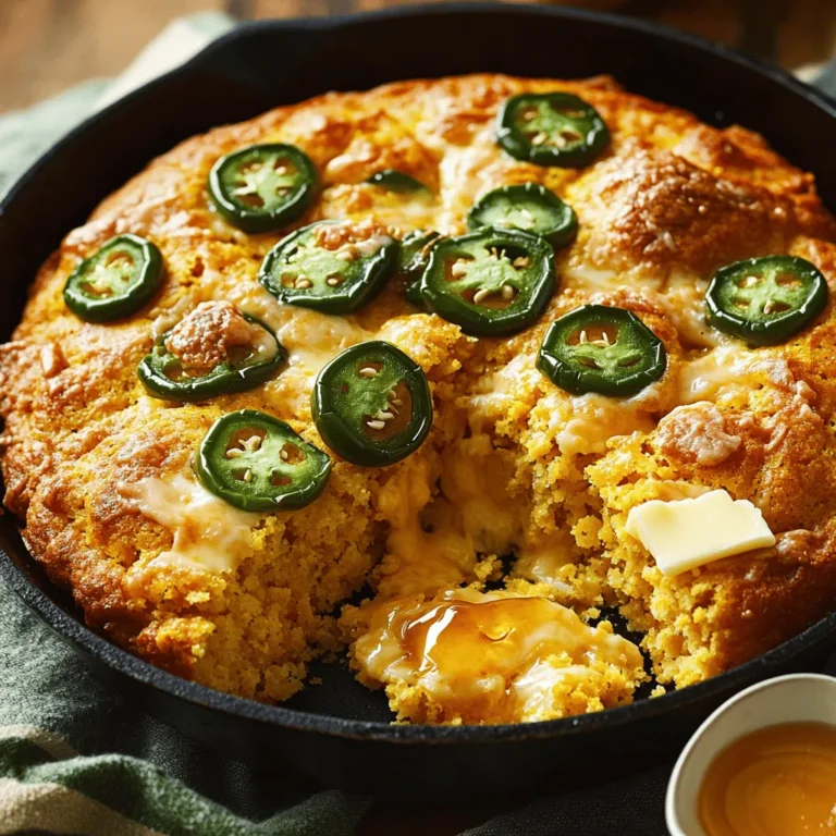 Für einen leckeren Cheddar Jalapeño Cornbread brauchst du folgende Zutaten: - 1 Tasse Maismehl - 1 Tasse Weizenmehl - 1 Esslöffel Backpulver - 1/2 Teelöffel Salz - 1 Tasse Buttermilch (oder normale Milch mit 1 Esslöffel Essig) - 2 große Eier - 1/4 Tasse Honig - 1/4 Tasse Pflanzenöl - 1 Tasse scharfer Cheddar, gerieben - 2 Jalapeños, fein gewürfelt - 1/2 Tasse Maiskörnchen Diese Zutaten machen das Brot saftig und würzig. Der scharfe Cheddar und die Jalapeños geben dem Brot einen tollen Kick. Du benötigst einige wichtige Küchenutensilien, um das Brot einfach zuzubereiten: - Eine große Schüssel zum Mischen - Eine separate Schüssel für die flüssigen Zutaten - Ein Schneebesen oder eine Gabel - Eine gusseiserne Pfanne oder eine Backform - Ein Messbecher und Messlöffel Diese Utensilien helfen dir, alles gut zu mischen und gleichmäßig zu backen. Die Wahl der Zutaten beeinflusst den Geschmack. Hier sind einige Tipps: - Maismehl: Achte auf feines, helles Maismehl für die beste Textur. - Weizenmehl: Verwende allzweck Weizenmehl für eine gute Bindung. - Käse: Wähle einen scharfen Cheddar für mehr Geschmack. - Jalapeños: Frische Jalapeños haben mehr Aroma. Entferne die Kerne, wenn du weniger Schärfe magst. - Buttermilch: Sie macht das Brot fluffig. Wenn du keine hast, verwende normale Milch mit Essig. Mit diesen Tipps kannst du sicherstellen, dass dein Cheddar Jalapeño Cornbread einfach und köstlich wird. Zuerst heizen Sie Ihren Ofen auf 200°C vor. Das sorgt für eine gleichmäßige Hitze. Fetten Sie dann eine gusseiserne Pfanne oder Backform mit Butter oder Öl ein. So klebt das Brot nicht fest. Messen Sie alle Zutaten genau ab. Das macht den Teig perfekt. In einer großen Schüssel vermengen Sie das Maismehl, Weizenmehl, Backpulver und Salz. Rühren Sie gut um. In einer separaten Schüssel schlagen Sie die Buttermilch, Eier, Honig und Pflanzenöl. Mischen Sie, bis alles glatt ist. Gießen Sie die nassen Zutaten langsam in die trockenen. Rühren Sie vorsichtig, bis alles gerade so vermischt ist. Übermixen Sie nicht, das Brot bleibt sonst trocken. Fügen Sie dann den Cheddar, die Jalapeños und die Maiskörnchen hinzu. Heben Sie die Mischung sanft unter. Gießen Sie den Teig in die vorbereitete Pfanne. Verteilen Sie ihn gleichmäßig. Backen Sie das Brot für 20-25 Minuten. Ein Zahnstocher sollte sauber herauskommen. Die Oberfläche muss goldbraun sein. Nehmen Sie das Brot aus dem Ofen und lassen Sie es kurz abkühlen. Schneiden Sie es dann in Stücke und genießen Sie das warme Brot! Ein häufiger Fehler ist, die trockenen Zutaten zu übermixen. Das führt zu dichtem Brot. Rühren Sie die Mischung nur, bis alles leicht kombiniert ist. Auch die Ofentemperatur ist wichtig. Ein zu heißer Ofen kann die Außenseite verbrennen, während das Innere roh bleibt. Achten Sie darauf, den Ofen gut vorzuheizen. Um die perfekte Textur zu erreichen, verwenden Sie eine gusseiserne Pfanne. Diese speichert die Wärme gut und sorgt für eine knusprige Kruste. Backen Sie das Brot bei 200 °C (400 °F). Überprüfen Sie die Backzeit nach 20 Minuten. Ein Zahnstocher sollte sauber herauskommen. Wenn das Brot zu schnell bräunt, decken Sie es mit Folie ab. Die Schärfe der Jalapeños kann variieren. Entfernen Sie die Kerne und das Innere, um die Schärfe zu mildern. Wenn Sie es würziger mögen, verwenden Sie die ganzen Jalapeños. Sie können auch andere Sorten ausprobieren, wie Serrano oder Anaheim, um neue Geschmäcker zu entdecken. {{image_4}} Manchmal möchte man das Rezept variieren. Sie können viele Zutaten hinzufügen. Probieren Sie frische Kräuter wie Schnittlauch oder Koriander. Diese Kräuter geben dem Brot einen frischen Geschmack. Auch gewürfelte Paprika oder Zwiebeln passen gut. Wenn Sie es noch herzhafter mögen, fügen Sie gebratene Speckstückchen hinzu. Diese geben dem Brot eine tolle Textur und einen rauchigen Geschmack. Wenn Sie eine glutenfreie Option benötigen, ersetzen Sie das Weizenmehl. Verwenden Sie einfach eine glutenfreie Mehlmischung. Achten Sie darauf, dass diese Mischung auch Backpulver enthält. Für eine vegetarische Variante ist das Rezept schon perfekt. Es enthält keine Fleischprodukte. Sie können auch die Jalapeños durch milde Paprika ersetzen, wenn Sie es weniger scharf mögen. Servieren Sie Ihr Cheddar Jalapeño Cornbread warm. Es schmeckt am besten frisch aus dem Ofen. Geben Sie etwas Butter obenauf für zusätzlichen Geschmack. Eine kleine Schüssel Honig dazu macht das Brot süßer. Es passt gut zu Suppen, Chili oder als Beilage zu Grillgerichten. Lassen Sie Ihre Gäste selbst entscheiden, wie viel Schärfe sie wollen! Ich empfehle, Cheddar Jalapeño Cornbread in einem luftdichten Behälter aufzubewahren. Lagern Sie es bei Raumtemperatur für bis zu zwei Tage. Wenn Sie das Brot länger aufbewahren möchten, stellen Sie es in den Kühlschrank. So bleibt es frisch und saftig. Möchten Sie das Brot für später aufbewahren? Schneiden Sie es in Stücke und wickeln Sie jedes Stück gut ein. Verwenden Sie Frischhaltefolie und dann einen Gefrierbeutel. So bleibt die Frische erhalten. Gefrorenes Brot hält sich bis zu drei Monate. Zum Auftauen legen Sie es einfach in den Kühlschrank über Nacht. Um Reste aufzuwärmen, heizen Sie den Ofen auf 180°C vor. Legen Sie die Stücke auf ein Backblech und backen Sie sie für etwa 10 Minuten. Dadurch wird das Brot warm und knusprig. Alternativ können Sie auch die Mikrowelle verwenden. Erwärmen Sie die Stücke 20–30 Sekunden lang. Das Backen von Cheddar Jalapeño Cornbread dauert 20 bis 25 Minuten. Du solltest den Ofen auf 200°C vorheizen. Danach kommt der Teig in die Pfanne. Ein Zahnstocher hilft, die Garzeit zu prüfen. Wenn er sauber herauskommt, ist das Brot fertig. Ja, du kannst andere Käsesorten ausprobieren. Gouda oder Monterey Jack passen gut. Diese Käsesorten haben einen tollen Geschmack und schmelzen schön. Achte darauf, dass der Käse gut reibt. Dadurch verteilt sich der Käse gleichmäßig im Teig. Cheddar Jalapeño Cornbread schmeckt großartig mit vielen Beilagen. Hier sind einige Vorschläge: - Chili oder Eintöpfe - Gegrilltes Fleisch oder Gemüse - Butter und Honig zum Bestreichen - Eine frische Salatbeilage Diese Beilagen ergänzen den scharfen und herzhaften Geschmack des Brotes perfekt. Cheddar Jalapeño Cornbread ist lecker und einfach zuzubereiten. Ich habe die wichtigsten Zutaten und Utensilien erklärt. Du hast gelernt, wie du perfekte Schritte beim Backen befolgst. Tipps helfen dir, häufige Fehler zu vermeiden und die Schärfe anzupassen. Variationen zeigen, wie du verschiedene Zutaten nutzen kannst. Mit den Lagerungshinweisen bleibt dein Brot frisch. Probiere es aus und genieße jeden Bissen. Du wirst begeistert sein!