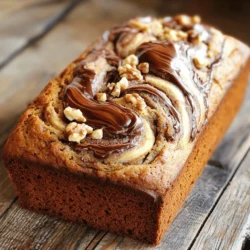 Für dieses Rezept brauche ich einige wichtige Zutaten. Die Hauptzutaten sind: - 3 reife Bananen, zerdrückt - 80 ml geschmolzene Butter - 100 g Kristallzucker - 1 großes Ei, verquirlt - 1 Teelöffel Vanilleextrakt - 1 Teelöffel Backnatron - Eine Prise Salz - 125 g Weizenmehl - 125 g Nutella - 50 g gehackte Walnüsse (optional) Die Bananen bringen Süße und Feuchtigkeit ins Brot. Sie helfen, die Textur weich zu machen. Die Butter fügt einen reichen Geschmack hinzu. Das Ei bindet alles zusammen und gibt dem Brot Struktur. Vanilleextrakt bringt einen feinen, aromatischen Geschmack. Backnatron sorgt dafür, dass das Brot schön aufgeht. Ich mag es, gehackte Walnüsse in den Teig zu geben. Sie geben einen knusprigen Biss. Wenn du Nüsse magst, füge sie hinzu. Wenn nicht, kannst du sie einfach weglassen. Nutella ist natürlich die geheime Zutat. Sie macht das Brot schokoladig und lecker. Du kannst auch andere Schoko-Haselnusscremes verwenden, wenn du möchtest. Wähle reife Bananen aus. Je reifer, desto süßer sind sie. Achte darauf, dass die Butter frisch ist und gut riecht. Der Zucker sollte fein sein, damit er sich gut auflöst. Nutella sollte cremig sein, damit du es einfach verteilen kannst. Wenn du Walnüsse hinzufügst, achte darauf, dass sie knackig sind. Frische Zutaten machen das Brot noch besser! Heize deinen Ofen auf 175 °C vor. Das ist die perfekte Temperatur, um das Brot schön zu backen. Nimm eine Kastenform und fette sie gut mit Butter oder Backspray ein. Diese Form ist ideal, weil sie dem Brot seine schöne Form gibt. In einer großen Schüssel zerdrücke drei reife Bananen. Die Bananen sollten sehr reif sein, damit sie süß und weich sind. Füge dann 80 ml geschmolzene Butter hinzu und rühre sie gut ein. Jetzt kommen 100 g Kristallzucker, ein verquirltes großes Ei und ein Teelöffel Vanilleextrakt dazu. Rühre alles kräftig, bis die Mischung glatt ist. Streue einen Teelöffel Backnatron und eine Prise Salz darüber und mische alles, bis es gut verbunden ist. Jetzt wird es spannend! Füge 125 g Weizenmehl zur Bananenmischung hinzu. Rühre vorsichtig, bis du keine trockenen Streifen mehr siehst. Wenn du magst, kannst du auch 50 g gehackte Walnüsse hinzufügen. Das gibt dem Brot einen tollen Crunch. Gieße die Hälfte des Teigs in die vorbereitete Form. Jetzt kommt das Beste: Löffle Kleckse von 125 g Nutella über den Teig. Mit einem Messer kannst du das Nutella sanft in den Teig verzwirbeln. Gieße dann den restlichen Bananenteig darüber und füge erneut Nutella hinzu. Drehe vorsichtig mit dem Messer, um einen schönen Marmor-Effekt zu erzielen. Backe das Brot für etwa 50 bis 60 Minuten, bis ein Zahnstocher sauber herauskommt. Lass das Brot 10 Minuten in der Form auskühlen, bevor du es auf ein Kuchengitter legst. So bleibt es schön saftig! Um das beste Banana Nutella Swirl Bread zu machen, achte auf die reifen Bananen. Sie sollten braune Flecken haben. So sind sie süßer und aromatischer. Verwende frische Zutaten, besonders die Butter und die Eier. Wenn du Walnüsse hinzufügst, hacke sie grob für mehr Textur. Ein häufiger Fehler ist das Übermischen des Teigs. Mische nur so lange, bis die Zutaten verbunden sind. Wenn der Teig zu lange gerührt wird, wird das Brot zäh. Achte auch darauf, dass der Ofen richtig vorgeheizt ist. Ein kalter Ofen kann das Backen verzögern. Für dieses Rezept benötigst du einige Werkzeuge: - Eine große Rührschüssel - Ein Handmixer oder ein Schneebesen - Eine Kastenform (23x13 cm) - Ein Messer oder einen Spieß zum Verwirbeln des Nutella - Ein Kühlgitter zum Auskühlen des Brotes Mit diesen Tipps und Werkzeugen wird dein Banana Nutella Swirl Bread sicher ein Hit! {{image_4}} Für Schokoladenliebhaber gibt es viele Ideen. Du kannst Kakao in den Teig geben. Etwa 30 g ungesüßtes Kakaopulver passt gut. Das macht das Brot noch schokoladiger. Du kannst auch Schokoladenstückchen unterheben. Diese schmelzen beim Backen und sorgen für einen schokoladigen Genuss. Walnüsse sind toll, aber nicht die einzige Wahl. Du kannst auch Mandeln oder Haselnüsse verwenden. Diese Nüsse geben dem Brot einen anderen Geschmack. Wenn du Erdnüsse magst, sind diese auch eine gute Option. Sie bringen eine süßliche Note. Denke daran, die Nüsse grob zu hacken. So verteilen sie sich gut im Teig. Wenn du Gluten meidest, ist das kein Problem. Du kannst das Weizenmehl durch eine glutenfreie Mischung ersetzen. Achte darauf, eine Mischung zu wählen, die für Backen geeignet ist. Diese gibt dem Brot die richtige Textur. Du kannst auch Mandelmehl verwenden, wenn du einen nussigen Geschmack magst. So bleibt das Brot lecker und glutenfrei. Um dein Bananen-Nutella-Schneckenbrot frisch zu halten, lege es in eine Brot-Tüte oder einen Behälter. Achte darauf, dass der Behälter gut geschlossen ist. So bleibt das Brot weich und feucht. Du kannst auch ein Stück Frischhaltefolie um das Brot wickeln. Vermeide es, das Brot in den Kühlschrank zu legen, da die Kälte die Textur verändert. Das Brot bleibt bei richtiger Lagerung etwa 3 bis 5 Tage frisch. Wenn du das Brot in einer Tüte aufbewahrst, bleibt es länger saftig. Überprüfe immer, ob das Brot noch gut aussieht und riecht. Wenn sich Schimmel bildet, solltest du es nicht mehr essen. Wenn du das Brot länger aufbewahren möchtest, friere es einfach ein. Schneide es in Scheiben, bevor du es einfrierst. Lege die Scheiben in einen Gefrierbeutel. Achte darauf, die Luft herauszudrücken, bevor du den Beutel schließt. So bleibt das Brot bis zu 3 Monate frisch. Zum Auftauen lege die Scheiben einfach bei Zimmertemperatur auf ein Teller. Bananen-Nutella-Schneckenbrot hält sich in einem luftdichten Behälter etwa 3 bis 5 Tage. Wir empfehlen, das Brot bei Raumtemperatur zu lagern. Wenn du das Brot länger aufbewahren möchtest, kannst du es auch einfrieren. In einem gefrierfesten Behälter bleibt es bis zu 3 Monate frisch. Zum Auftauen einfach über Nacht im Kühlschrank lagern. Ja, du kannst das Rezept einfach anpassen. Ersetze das Ei durch einen Esslöffel Leinsamenmehl und 2 Esslöffel Wasser. Für die Butter kannst du pflanzliche Margarine verwenden. Achte darauf, vegane Nutella oder eine andere Schoko-Haselnusscreme zu verwenden. Diese Anpassungen machen das Rezept vegan und trotzdem lecker! Nach dem Backen kannst du das Brot mit Puderzucker bestäuben. Eine weitere Idee ist, ein bisschen geschmolzene Schokolade darüber zu träufeln. Du kannst auch die Scheiben leicht toasten und mit einer zusätzlichen Portion Nutella servieren. Gehackte Walnüsse oben drauf geben dem Brot einen schönen Crunch. In diesem Blogbeitrag haben wir alles über Bananen-Nutella-Schneckenbrot behandelt. Wir sprachen über die besten Zutaten und wie man den Teig vorbereitet. Ich gab dir Tipps zur perfekten Zubereitung und Aufbewahrung. Denk daran, dass du mit verschiedenen Variationen experimentieren kannst. Sei kreativ und nutze diese Tipps. Bananen-Nutella-Schneckenbrot bringt Freude in jede Küche. Probiere es aus und genieße dein leckeres Ergebnis!
