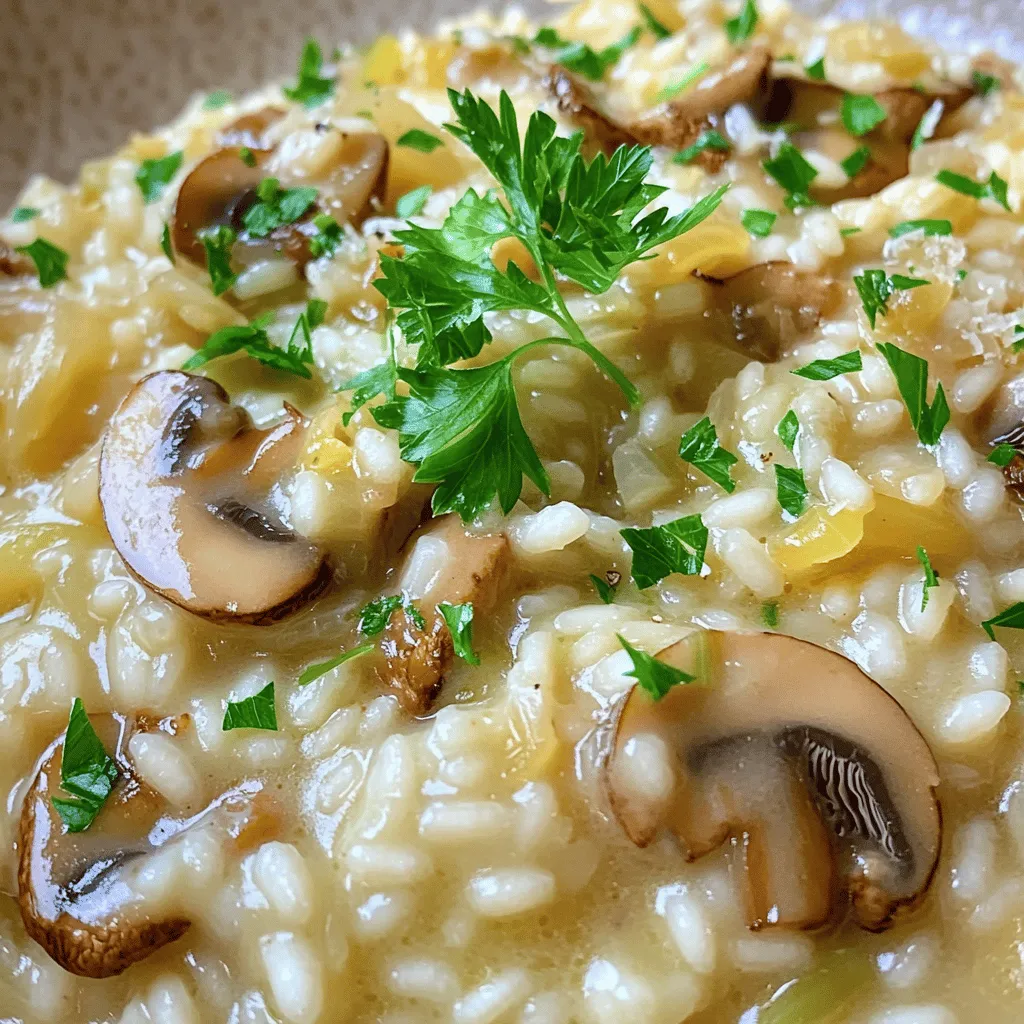 - 1 Tasse Arborio-Reis - 4 Tassen Gemüsebrühe - 225 Gramm Pilze (Cremini und Shiitake) Die Hauptzutaten für cremiges Pilzrisotto sind einfach zu finden. Arborio-Reis ist ein kurzkörniger Reis, der viel Flüssigkeit aufnehmen kann. Das macht ihn perfekt für Risotto. Gemüsebrühe gibt dem Gericht den nötigen Geschmack. Pilze, wie Cremini und Shiitake, bringen eine tolle Umami-Note. - 2 Esslöffel Olivenöl - 1 kleine Zwiebel, fein gehackt - 3 Knoblauchzehen, entkernt und gehackt - 1 Tasse Schlagsahne - ½ Tasse geriebener Parmesan (oder Hefeflocken für eine vegane Option) - 2 Esslöffel Butter (optional für zusätzliche Cremigkeit) Olivenöl und Butter sorgen für eine reichhaltige Basis. Zwiebel und Knoblauch geben ein schönes Aroma. Schlagsahne macht das Risotto extra cremig. Parmesan rundet alles ab. Für Veganer sind Hefeflocken eine gute Wahl. - Salz und Pfeffer - Frische Petersilie zur Garnierung Salz und Pfeffer sind wichtig für den Geschmack. Frische Petersilie bringt Farbe und Frische ins Gericht. Achte darauf, die Petersilie erst kurz vor dem Servieren hinzuzufügen. So bleibt sie schön grün und knackig. Erhitze zuerst die Gemüsebrühe in einem Topf. Halte die Brühe bei niedriger Hitze warm. So bleibt sie bereit, wenn du sie brauchst. Erwärme das Olivenöl in einer großen Pfanne. Füge die gehackte Zwiebel und den Knoblauch hinzu. Sauté sie etwa drei bis vier Minuten, bis sie klar sind. Das gibt deinem Risotto einen guten Geschmack. Gib die geschnittenen Pilze in die Pfanne. Brate sie, bis sie goldbraun sind. Das dauert etwa fünf bis sieben Minuten. Danach füge den Arborio-Reis hinzu. Röstet den Reis für ein bis zwei Minuten. Rühre oft um, bis die Ränder des Reises klar sind. Jetzt kommt der spannende Teil! Beginne, die warme Gemüsebrühe löffelweise hinzuzufügen. Rühre ständig. Warte, bis die Flüssigkeit fast ganz aufgesogen ist, bevor du mehr hinzufügst. Setze das für etwa 18 bis 20 Minuten fort. Der Reis sollte dann al dente und cremig sein. Sobald der Reis fertig ist, stelle die Hitze auf niedrig. Jetzt rührst du die Schlagsahne, den Parmesan und die Butter ein. Vermenge alles gut, bis es schön cremig ist. Schmecke es mit Salz und Pfeffer ab. Lass es für zwei Minuten ruhen, damit die Aromen sich setzen können. Serviere heiß und garniere mit frischer Petersilie. Um die perfekte Konsistenz zu erreichen, rühre oft um. Häufiges Rühren hilft, den Reis gleichmäßig zu garen. Dadurch gibt der Arborio-Reis seine Stärke ab. Die Stärke macht das Risotto schön cremig. Achte darauf, die Brühe löffelweise hinzuzufügen. Warte, bis die Flüssigkeit fast ganz absorbiert ist. Dies dauert etwa 18 bis 20 Minuten. So bekommst du ein al dente Risotto. Ein guter Risotto braucht mehr als Reis und Brühe. Du kannst weißen Wein hinzufügen, um die Aromen zu vertiefen. Der Wein bringt eine frische Note ins Gericht. Wenn du die Brühe anpasst, wähle eine gute Gemüsebrühe. Sie sollte reichhaltig und geschmackvoll sein. So wird dein Risotto noch leckerer. Füge am Ende noch frische Kräuter hinzu. So erhält das Gericht einen besonderen Kick. Für ein gelungenes Risotto brauchst du einige wichtige Küchenutensilien. Ein großer Topf ist ein Muss. Er sollte breit genug sein, um das Rühren zu erleichtern. Ein Holzlöffel ist ideal, um den Reis gut umzurühren. Außerdem ist eine Schöpfkelle nützlich, um die Brühe hinzuzufügen. Halte auch einen guten Messer bereit, um die Zwiebeln und Pilze zu schneiden. Mit diesen Werkzeugen wird die Zubereitung einfacher und schneller. {{image_4}} Um ein veganes Risotto zu machen, tausche einfach die tierischen Zutaten aus. Statt Schlagsahne kannst du pflanzliche Sahne verwenden. Hefeflocken ersetzen den Parmesan und geben einen ähnlichen Geschmack. Achte darauf, dass auch die Gemüsebrühe vegan ist. So bleibt das Gericht rein pflanzlich und trotzdem cremig. Für ein glutenfreies Risotto musst du nur den Arborio-Reis nutzen. Dieser Reis ist von Natur aus glutenfrei. Achte darauf, dass die Gemüsebrühe auch glutenfrei ist. Viele Brühen enthalten Gluten, also überprüfe die Zutatenliste. So kannst du sicher sein, dass dein Risotto für Allergiker geeignet ist. Füge deinem Risotto mehr Geschmack hinzu, indem du zusätzliche Zutaten verwendest. Erbsen sind eine tolle Wahl für Farbe und Geschmack. Spargel bringt Frische und eine knackige Textur. Du kannst auch andere Gemüsesorten wie Paprika oder Karotten hinzufügen. Diese Variationen machen dein Gericht noch interessanter und bunter! Lagere dein cremiges Pilzrisotto im Kühlschrank. Verwende einen luftdichten Behälter. So bleibt es frisch. Du kannst es bis zu drei Tage aufbewahren. Wenn du mehr Zeit brauchst, friere es ein. Das Risotto hält sich im Gefrierschrank bis zu drei Monate. Achte darauf, es in Portionen zu teilen. So taust du nur das auf, was du brauchst. Beim Aufwärmen ist es wichtig, die richtige Textur zu erhalten. Füge etwas Gemüsebrühe oder Wasser hinzu. Das hilft, die Cremigkeit wiederherzustellen. Erhitze das Risotto in einem Topf bei schwacher Hitze. Rühre oft um, damit es nicht anbrennt. Du kannst auch die Mikrowelle benutzen. Mache das Risotto in einem mikrowellengeeigneten Behälter warm. Decke es ab, um Feuchtigkeit zu halten. Die Haltbarkeit der Zutaten ist wichtig. Arborio-Reis hält sich lange, bis zu zwei Jahre. Gemüsebrühe ist ungeöffnet auch lange haltbar. Nach dem Öffnen sollte sie im Kühlschrank aufbewahrt werden. Pilze sind frisch am besten, aber im Kühlschrank bleiben sie 3-7 Tage haltbar. Schlagsahne hält sich geöffnet etwa eine Woche. Parmesan bleibt bis zu einem Monat frisch, wenn er gut verpackt ist. Die Zubereitung von cremigem Pilzrisotto dauert insgesamt etwa 30 Minuten. Die Vorbereitungszeit beträgt 10 Minuten. Dies umfasst das Schneiden der Zutaten und das Erhitzen der Brühe. Die Kochzeit für das Risotto selbst liegt bei etwa 20 Minuten. Ja, du kannst Risotto im Voraus zubereiten. Koche es bis zum letzten Schritt, bevor du die Sahne und den Käse hinzufügst. Lasse das Risotto abkühlen und bewahre es in einem luftdichten Behälter im Kühlschrank auf. Es hält sich dort 2 bis 3 Tage. Um es wieder aufzuwärmen, füge etwas Brühe hinzu, um die cremige Konsistenz zu erhalten. Für Risotto ist Arborio-Reis die beste Wahl. Er hat einen hohen Stärkegehalt, der das Gericht cremig macht. Du kannst auch Carnaroli oder Vialone Nano verwenden. Diese Sorten sind ebenfalls gut geeignet. Wenn du keinen Risotto-Reis hast, kannst du auch Rundkornreis verwenden, aber der Geschmack wird anders sein. Wenn dein Risotto nicht cremig wird, gibt es einige häufige Fehler. Ein häufiger Grund ist unzureichendes Rühren. Du musst den Reis ständig umrühren, um die Stärke freizusetzen. Auch das Hinzufügen der Brühe ist wichtig. Füge sie langsam und nach und nach hinzu. Warte, bis die Flüssigkeit fast vollständig absorbiert ist, bevor du mehr hinzufügst. Wenn du diese Tipps befolgst, wird dein Risotto schön cremig. Zusammenfassend lässt sich sagen, dass ein perfektes Risotto einfach zuzubereiten ist, wenn Sie die richtigen Zutaten und Tipps nutzen. Wir haben die Hauptzutaten, wie Arborio-Reis und Brühe, sowie die Schritte zur Zubereitung besprochen. Denken Sie daran, oft zu rühren, um die ideale Konsistenz zu erzielen. Variationen und Aufbewahrungshinweise helfen Ihnen, Ihr Risotto zu verfeinern. Experimentieren Sie mit Aromen und genießen Sie Ihr Gericht, egal ob vegan oder glutenfrei. Guten Appetit!
