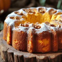 Für diesen saftigen Kuchen benötigen Sie einige Hauptzutaten. Diese sind: - 1 Tasse Frischkäse, weichgeworden - 1/2 Tasse ungesalzene Butter, weichgeworden - 1 1/2 Tassen Zucker - 3 große Eier - 1 Tasse Kürbispüree aus der Dose - 1 Teelöffel Vanilleextrakt - 2 Tassen Weizenmehl - 1 Teelöffel Backpulver - 1/2 Teelöffel Natron - 1 Teelöffel gemahlener Zimt - 1/2 Teelöffel gemahlene Muskatnuss - 1/4 Teelöffel gemahlener Ingwer - 1/4 Teelöffel Salz Diese Zutaten bilden die Basis für einen leckeren und feuchten Kuchen. Die Qualität der Zutaten kann den Geschmack stark beeinflussen. Verwenden Sie frischen Frischkäse und hochwertige Butter. Achten Sie darauf, dass das Kürbispüree echt ist und keine Zusätze hat. Frisch gemahlene Gewürze bringen mehr Aroma hervor. Wenn Sie die besten Zutaten wählen, belohnen Sie sich mit einem köstlichen Ergebnis. Um den Kuchen noch interessanter zu machen, können Sie einige optionale Zutaten hinzufügen: - 1/2 Tasse gehackte Walnüsse oder Pekannüsse - Puderzucker zum Bestäuben Die Nüsse geben dem Kuchen eine schöne Textur und einen extra Crunch. Der Puderzucker sorgt für eine süße Note und sieht hübsch aus. Diese kleinen Extras machen den Kuchen noch besser. Zuerst heizen wir den Ofen auf 175°C vor. Das ist wichtig. Während der Ofen warm wird, bereiten wir unsere Kastenform vor. Fetten Sie sie gut ein und bestäuben Sie sie leicht mit Mehl. So bleibt der Kuchen nicht kleben. Jetzt sammeln wir alle Zutaten. Wir brauchen: - 1 Tasse Frischkäse, weichgeworden - 1/2 Tasse ungesalzene Butter, weichgeworden - 1 1/2 Tassen Zucker - 3 große Eier - 1 Tasse Kürbispüree aus der Dose - 1 Teelöffel Vanilleextrakt - 2 Tassen Weizenmehl - 1 Teelöffel Backpulver - 1/2 Teelöffel Natron - 1 Teelöffel gemahlener Zimt - 1/2 Teelöffel gemahlene Muskatnuss - 1/4 Teelöffel gemahlener Ingwer - 1/4 Teelöffel Salz - 1/2 Tasse gehackte Walnüsse oder Pekannüsse (optional) - Puderzucker zum Bestäuben Jetzt kommen die nassen Zutaten. In einer großen Schüssel schlagen wir den Frischkäse und die Butter zusammen. Nutzen Sie einen Handmixer oder eine Küchenmaschine. Mischen Sie, bis alles cremig und glatt ist. Fügen Sie dann den Zucker nach und nach hinzu. Rühren Sie weiter, bis alles gut vermischt ist. Nehmen Sie die Eier und geben Sie sie nacheinander in die Mischung. Rühren Sie gut nach jeder Zugabe. Fügen Sie schließlich das Kürbispüree und den Vanilleextrakt hinzu. Mixen Sie, bis alles gut kombiniert ist. In einer separaten Schüssel vermengen wir die trockenen Zutaten. Mischen Sie das Weizenmehl, Backpulver, Natron, Zimt, Muskatnuss, Ingwer und Salz. Das sorgt für einen tollen Geschmack. Fügen Sie die trockenen Zutaten nun langsam zu den nassen Zutaten hinzu. Mischen Sie nur, bis alles gerade so vermengt ist. Wenn Sie möchten, heben Sie die gehackten Nüsse unter. Gießen Sie den Teig in die vorbereitete Kastenform. Streichen Sie die Oberfläche glatt. Backen Sie den Kuchen für 60-70 Minuten. Prüfen Sie mit einem Zahnstocher, ob er fertig ist. Lassen Sie den Kuchen nach dem Backen etwa 10 Minuten in der Form auskühlen. Danach legen Sie ihn auf ein Kuchengitter, um vollständig abzukühlen. Ein trockener Kuchen kann frustrierend sein. Wenn dein Kürbis-Gewürz-Frischkäse-Pfundkuchen trocken geworden ist, gibt es einige einfache Lösungen. - Syrup hinzufügen: Mische Wasser und Zucker und koche es, bis der Zucker sich auflöst. Träufle diesen Sirup über den Kuchen. - Frischkäse-Frosting: Eine Schicht Frischkäse-Frosting kann helfen, den Kuchen saftig zu machen. Es fügt auch einen tollen Geschmack hinzu. - Eier verwenden: Beim nächsten Backen, füge ein zusätzliches Ei hinzu. Das kann die Feuchtigkeit erhöhen. Die richtige Lagerung hält deinen Kuchen frisch. Hier sind einige Tipps: - Raumtemperatur: Lass den Kuchen vollständig abkühlen, bevor du ihn lagerst. - Luftdicht verpacken: Wickel den Kuchen in Frischhaltefolie oder lege ihn in eine luftdichte Box. - Kühlschrank: Im Kühlschrank bleibt der Kuchen bis zu einer Woche frisch. Die Präsentation macht viel aus. Hier sind einige Ideen, um deinen Kuchen ansprechend zu dekorieren: - Puderzucker: Bestäube die Oberseite mit Puderzucker für ein einfaches, schönes Finish. - Zimt: Streue etwas Zimt über den Kuchen, um den Geschmack zu betonen und die Optik zu verbessern. - Schlagsahne oder Eis: Serviere den Kuchen mit einem Klecks Schlagsahne oder einer Kugel Vanilleeis. Das macht ihn noch leckerer! {{image_4}} Fügen Sie 1/2 Tasse gehackte Walnüsse oder Pekannüsse hinzu, um Textur und Geschmack zu verbessern. Die Nüsse passen gut zu den warmen Gewürzen. Sie geben dem Kuchen einen schönen Crunch. Mischen Sie die Nüsse einfach in den Teig, bevor Sie ihn in die Form gießen. Der Kuchen wird noch saftiger und leckerer. Um eine vegane Version zu machen, ersetzen Sie die Eier mit 1/4 Tasse Apfelmus pro Ei. Verwenden Sie pflanzlichen Frischkäse und Margarine. Für eine glutenfreie Option verwenden Sie glutenfreies Mehl. Achten Sie darauf, das Backpulver und Natron zu überprüfen. Beide Varianten sind einfach und lecker. Sie können dem Teig viele Zutaten hinzufügen. Probieren Sie 1/2 Tasse Schokoladenstückchen oder getrocknete Cranberries. Diese Zutaten geben zusätzliche Süße. Für einen besonderen Kick fügen Sie 1 Teelöffel Kakaopulver hinzu. Diese Variationen machen den Kuchen einzigartig und besonders. Experimentieren Sie und finden Sie Ihren Favoriten! Der Kürbis-Gewürz-Frischkäse-Pfundkuchen bleibt am besten frisch, wenn du ihn richtig lagerst. Lass den Kuchen nach dem Backen vollständig auskühlen. Wickel ihn dann gut in Frischhaltefolie ein. Achte darauf, dass die Folie den Kuchen gut umschließt. So bleibt die Feuchtigkeit erhalten. Du kannst auch eine luftdichte Box verwenden, um den Kuchen aufzubewahren. Im Kühlschrank hält sich der Kuchen etwa eine Woche. Stelle sicher, dass er in einer luftdichten Box ist. Wenn du den Kuchen länger aufbewahren möchtest, friere ihn ein. Schneide den Kuchen in Scheiben, bevor du ihn einfrierst. So kannst du später einfach eine Scheibe herausnehmen. Eingefroren bleibt der Kuchen bis zu drei Monate frisch. Vergiss nicht, den Kuchen gut zu verpacken, damit er nicht austrocknet. Um den Kuchen aufzuwärmen, nimm eine Scheibe und lege sie auf einen Teller. Du kannst ihn in der Mikrowelle für 10-15 Sekunden erhitzen. Achte darauf, dass er nicht zu heiß wird. Alternativ kannst du den Ofen auf 175°C vorheizen. Lege den Kuchen für 5-10 Minuten hinein. So wird der Kuchen schön warm und bleibt saftig. Wenn du magst, kannst du auch etwas frische Schlagsahne oder Eis dazu servieren. Ja, frisches Kürbispüree funktioniert gut. Viele Leute ziehen es vor, da es frischer schmeckt. Du musst den Kürbis einfach kochen und pürieren. Achte darauf, dass das Püree nicht zu wässrig ist. So bleibt der Kuchen saftig und lecker. Der Kuchen braucht 60 bis 70 Minuten. Überprüfe mit einem Zahnstocher, ob er fertig ist. Stecke den Zahnstocher in die Mitte des Kuchens. Wenn er sauber herauskommt, ist der Kuchen bereit. Lass den Kuchen nach dem Backen kurz in der Form abkühlen. Ja, der Kuchen schmeckt auch ohne Nüsse großartig. Die Gewürze und der Frischkäse geben viel Geschmack. Du kannst die Nüsse weg lassen, wenn du magst. Der Kuchen bleibt trotzdem saftig und köstlich. Fühle dich frei, die Zutaten nach deinem Geschmack anzupassen. Der Kürbis-Gewürz-Frischkäse-Pfundkuchen ist einfach lecker und vielseitig. Wir haben die besten Zutaten für Geschmack und Textur besprochen. Du hast Schritt-für-Schritt-Anleitungen zum Backen erhalten und Tipps für Lagerung und Dekoration mitgenommen. Denke daran, du kannst den Kuchen nach deinem Geschmack anpassen. Egal, ob mit Nüssen oder vegan, es gibt viele Optionen. Mit diesen Ideen machst du jeden Biss zum Genuss. Viel Spaß beim Backen!