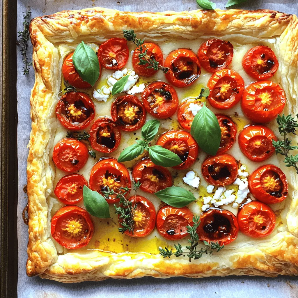 Für die geröstete Tomaten-Ziegenkäse-Tarte brauchen Sie: - 1 Blatt Blätterteig, aufgetaut - 2 Tassen Kirschtomaten, halbiert - 115 g Ziegenkäse, zerbröckelt - 1 Ei (zum Bestreichen) Der Blätterteig gibt der Tarte eine knusprige Basis. Kirschtomaten bringen Süße und Säure. Ziegenkäse fügt einen cremigen, würzigen Geschmack hinzu. Die Tarte wird mit diesen Zutaten gewürzt: - 1 Esslöffel Olivenöl - 1 Esslöffel Balsamico-Essig - 1 Teelöffel frische Thymianblätter (oder ½ Teelöffel getrockneter Thymian) - Salz und Pfeffer nach Geschmack Olivenöl hilft dabei, die Tomaten zu rösten. Balsamico-Essig fügt Tiefe hinzu. Thymian bringt frische Aromen, während Salz und Pfeffer den Geschmack abrunden. Garnieren Sie die Tarte mit: - Frischen Basilikumblättern Basilikum gibt der Tarte einen schönen Farbkontrast und einen frischen Geschmack. Dies macht die Tarte nicht nur lecker, sondern auch optisch ansprechend. Heize deinen Ofen auf 200 °C vor. Das sorgt für eine knusprige Kruste. Nimm das Blätterteigblatt und lege es auf eine leicht bemehlte Fläche. Rolle den Teig zu einem Rechteck oder Kreis aus. Die Dicke sollte etwa 0,5 cm betragen. Übertrage den Teig vorsichtig auf ein Backblech mit Backpapier. Jetzt schneide mit einem scharfen Messer einen 2,5 cm breiten Rand um den Teig. Achte darauf, nicht ganz durchzuschneiden. So bleibt ein höherer Rand, der die Füllung hält. Nimm die Kirschtomaten und halbiere sie. Gib sie in eine Schüssel und füge Olivenöl, Balsamico-Essig, Thymian, Salz und Pfeffer hinzu. Mische alles gut, bis die Tomaten gleichmäßig bedeckt sind. Jetzt ist der Ziegenkäse dran. Bröckele ihn gleichmäßig auf den Blätterteig innerhalb des eingeritzten Randes. Achte darauf, dass der Käse überall gut verteilt ist. Darauf kommen die marinierten Tomaten. Verteile sie gleichmäßig auf dem Ziegenkäse. Verquirle das Ei in einer kleinen Schüssel. Damit bestreichst du die freiliegenden Ränder des Blätterteigs. So bekommst du eine goldbraune Kruste. Schiebe das Backblech in den Ofen und backe die Tarte für 25 bis 30 Minuten. Achte darauf, dass der Teig goldgelb und aufgegangen ist. Nach dem Backen nimm die Tarte aus dem Ofen. Lass sie kurz abkühlen und garniere sie mit frischen Basilikumblättern. Jetzt kannst du die Tarte in Stücke schneiden und warm oder bei Zimmertemperatur genießen! Blätterteig ist der Schlüssel zu einer großartigen Tarte. Er sollte kalt sein, damit er schön aufgeht. Achte darauf, den Teig nicht zu lange zu bearbeiten. Wenn du ihn ausrollst, halte ihn etwa 0,5 cm dick. Das gibt der Tarte die richtige Höhe. Ein scharfes Messer hilft, den Rand einzuritzen, ohne durchzuschneiden. So bleibt die Füllung schön in der Mitte. Du kannst die Füllung ganz nach deinem Geschmack anpassen. Probiere statt Ziegenkäse Feta oder Ricotta. Für mehr Geschmack füge Oliven oder geröstete Paprika hinzu. Wenn du es würziger magst, kannst du auch Chili-Flocken verwenden. Frische Kräuter wie Basilikum oder Oregano geben der Tarte einen besonderen Kick. Ein häufiger Fehler ist, den Teig zu lange zu backen. Achte darauf, dass er goldbraun ist, aber nicht verbrannt. Wenn du die Tomaten nicht gut marinierst, schmecken sie fade. Achte darauf, dass sie gleichmäßig mit Olivenöl und Balsamico-Essig bedeckt sind. Und vergiss nicht, die Tarte nach dem Backen kurz abkühlen zu lassen. So bleibt die Füllung schön saftig. {{image_4}} Für eine vegane Version der Tarte können Sie den Ziegenkäse durch pflanzlichen Käse ersetzen. Viele Marken bieten cremige Alternativen an, die gut schmelzen. Achten Sie darauf, dass sie einen ähnlichen Geschmack haben. Außerdem können Sie das Ei weglassen oder durch eine Mischung aus Wasser und Leinsamen ersetzen, um eine schöne Kruste zu erzielen. Sie können die Tarte mit verschiedenen Gemüsesorten anpassen. Zucchini, Paprika oder Spinat passen gut. Schneiden Sie das Gemüse klein und marinieren Sie es wie die Tomaten. So bringen Sie mehr Geschmack und Farbe in die Tarte. Experimentieren Sie mit saisonalem Gemüse, um neue Aromen zu entdecken. Wenn Sie keinen Ziegenkäse mögen, probieren Sie andere Käsesorten. Feta, Ricotta oder sogar Mozzarella sind gute Alternativen. Jeder Käse gibt der Tarte einen eigenen Geschmack. Achten Sie darauf, die Menge anzupassen, je nach Käse und dessen Geschmack. Wenn du Reste hast, bewahre die Tarte in einem luftdichten Behälter auf. Sie bleibt so frisch. Lagere sie im Kühlschrank. Du kannst sie bis zu drei Tage aufbewahren. Du kannst die Tarte auch einfrieren. Schneide sie in Stücke, um das Einfrieren zu erleichtern. Wickele jedes Stück in Frischhaltefolie ein. Leg die eingewickelten Stücke in einen Gefrierbeutel. So bleibt die Tarte bis zu drei Monate haltbar. Um die Tarte aufzuwärmen, heize den Ofen auf 180 °C vor. Lege die Tarte auf ein Backblech. Backe sie 10 bis 15 Minuten, bis sie warm ist. Du kannst sie auch in der Mikrowelle erwärmen. Achte darauf, dass sie nicht zu weich wird. Serviere die Tarte warm oder bei Zimmertemperatur. Die Zubereitung dauert etwa 15 Minuten. Das Backen benötigt 25 bis 30 Minuten. Insgesamt sind es also etwa 45 Minuten, bis die Tarte fertig ist. Diese Zeit ist ideal für ein schnelles Abendessen oder einen Snack. Ja, du kannst andere Käsesorten verwenden. Feta oder Ricotta sind gute Alternativen. Diese Käsesorten bringen einen anderen Geschmack, aber sie passen gut zu den Tomaten. Experimentiere ruhig mit verschiedenen Käsesorten, um neue Aromen zu entdecken. Ja, die Tarte schmeckt auch kalt sehr gut. Du kannst sie nach dem Backen einfach abkühlen lassen. Sie eignet sich gut für Picknicks oder als Snack. Viele finden die Aromen dann sogar noch intensiver. Diese Anleitung hilft dir, eine leckere Tarte zuzubereiten. Wir haben die Hauptzutaten, Gewürze und frische Kräuter besprochen. Ich habe dir die Schritte zum Backen und Dekorieren erklärt. Außerdem gab es Tipps zur perfekten Zubereitung und Variationen. Denke daran, deine Tarte richtig zu lagern und aufzuwärmen. So bleibt sie frisch und lecker. Experimentiere mit verschiedenen Füllungen und genieße die Vielseitigkeit dieser Tarte. Sie ist nicht nur einfach, sondern auch ein echter Genuss!