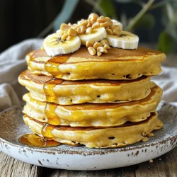 - 1 Tasse Weizenmehl - 2 Esslöffel Zucker - 1 Esslöffel Backpulver - 1/2 Teelöffel Salz Wir beginnen mit den Hauptzutaten. Weizenmehl gibt den Pfannkuchen Struktur. Zucker sorgt für die Süße. Backpulver lässt die Pfannkuchen aufgehen und Salz hebt den Geschmack hervor. Diese Zutaten bilden die Basis für unser leckeres Rezept. - 1/2 Tasse Milch oder pflanzliche Milch - 1 reife Banane, zerdrückt - 1/4 Tasse cremige Erdnussbutter - 1 großes Ei - 1 Teelöffel Vanilleextrakt - 2 Esslöffel geschmolzenes Kokosöl oder Butter Jetzt kommen die feuchten Zutaten. Milch macht den Teig schön cremig. Die Banane gibt Geschmack und Süße. Erdnussbutter sorgt für einen nussigen Kick. Das Ei bindet alles zusammen. Vanilleextrakt bringt ein tolles Aroma. Kokosöl oder Butter fügt reichhaltige Fülle hinzu. Diese Zutaten machen die Pfannkuchen saftig und lecker. - Geschnittene Banane - Gehackte Erdnüsse - Ahornsirup Zu guter Letzt die Toppings! Geschnittene Banane verleiht Frische. Gehackte Erdnüsse fügen Crunch hinzu. Ahornsirup sorgt für die süße Note. Zusammen machen sie die Pfannkuchen zu einem tollen Frühstück. Du kannst mixen und matchen, um deinen perfekten Pfannkuchen zu kreieren. Zuerst nehmen Sie eine große Schüssel. Geben Sie 1 Tasse Weizenmehl hinein. Fügen Sie 2 Esslöffel Zucker dazu. Danach kommt 1 Esslöffel Backpulver. Zum Schluss streuen Sie 1/2 Teelöffel Salz hinein. Mischen Sie alles gut mit einem Schneebesen oder einer Gabel. So stellen Sie sicher, dass die Zutaten gleichmäßig verteilt sind. Nun machen wir die feuchten Zutaten. In einer anderen Schüssel geben Sie 1/2 Tasse Milch. Verwenden Sie normale oder pflanzliche Milch, je nach Vorliebe. Zerdrücken Sie 1 reife Banane und fügen Sie sie hinzu. Geben Sie 1/4 Tasse cremige Erdnussbutter dazu. Brechen Sie ein großes Ei hinein und fügen Sie 1 Teelöffel Vanilleextrakt hinzu. Gießen Sie 2 Esslöffel geschmolzenes Kokosöl oder Butter hinein. Rühren Sie alles gut um, bis die Masse glatt ist. Jetzt machen wir den Teig. Gießen Sie die feuchten Zutaten in die Schüssel mit den trockenen Zutaten. Rühren Sie vorsichtig, bis alles gerade so vermischt ist. Es ist in Ordnung, wenn ein paar Klümpchen bleiben. Vermeiden Sie es, zu viel zu rühren. Erhitzen Sie eine antihaftbeschichtete Pfanne bei mittlerer Hitze und fetten Sie sie leicht mit Butter oder Öl ein. Für jeden Pfannkuchen gießen Sie etwa 1/4 Tasse des Teigs in die Pfanne. Kochen Sie, bis sich Blasen auf der Oberfläche bilden. Dann wenden Sie den Pfannkuchen und backen ihn auf der anderen Seite goldbraun, etwa 2-3 Minuten pro Seite. Wiederholen Sie den Vorgang mit dem restlichen Teig. Servieren Sie die Pfannkuchen warm mit Ihren Lieblings-Toppings. Um die perfekte Textur zu erzielen, vermeide es, den Teig zu übermischen. Wenn du die feuchten und trockenen Zutaten kombinierst, rühre nur so viel, bis alles gerade vermischt ist. Ein paar Klümpchen sind in Ordnung. Das verhindert zähe Pfannkuchen. Die ideale Hitze für das Backen liegt bei mittlerer Temperatur. Wenn die Pfanne zu heiß ist, brennen die Pfannkuchen außen an, während sie innen roh bleiben. Um die Temperatur zu testen, spritz ein paar Tropfen Wasser in die Pfanne. Wenn sie sofort tanzen und verdampfen, ist die Pfanne bereit. Für eine ansprechende Präsentation lege die Pfannkuchen auf einen großen Teller. Staple sie hübsch übereinander. Garniere sie mit geschnittenen Bananen, gehackten Erdnüssen und einem Schuss Ahornsirup. Ein paar Minzblätter können das Bild abrunden. {{image_4}} Für glutenfreie Erdnussbutter Bananenpfannkuchen kannst du Weizenmehl durch eine glutenfreie Mischung ersetzen. Viele Marken bieten solche Mehle an. Achte darauf, dass die Mischung Bindemittel enthält. Du kannst auch Mandelmehl oder Hafermehl verwenden. Diese Alternativen geben den Pfannkuchen einen tollen Geschmack und eine gute Textur. Um den Pfannkuchen mehr Geschmack zu verleihen, füge einfach ein paar Zutaten hinzu. Kakao gibt den Pfannkuchen eine schokoladige Note. Zimt bringt Wärme und Aroma. Du kannst auch gehackte Nüsse für einen knackigen Biss einstreuen. Diese kleinen Änderungen machen das Frühstück spannender und leckerer. Wenn du eine vegane Variante möchtest, ersetze das Ei durch einen Flachs-Ersatz. Mische einen Esslöffel Leinsamen mit drei Esslöffeln Wasser und lasse es quellen. Für die Milch wählst du einfach pflanzliche Milch. So bleiben die Pfannkuchen vegan und trotzdem köstlich. Um die Erdnussbutter Bananenpfannkuchen frisch zu halten, lege sie in einen luftdichten Behälter. Du kannst sie auch in Frischhaltefolie wickeln. Lagere die Pfannkuchen im Kühlschrank, wenn du sie innerhalb von drei Tagen essen willst. Für eine längere Haltbarkeit friere die Pfannkuchen ein. Lege sie zwischen Lagen von Backpapier in einen Gefrierbeutel. So bleiben sie nicht zusammenkleben. Die besten Methoden, um die Pfannkuchen aufzuwärmen, sind die Mikrowelle oder die Pfanne. In der Mikrowelle erhitzt du sie für 20 bis 30 Sekunden. Achte darauf, dass du sie nicht zu lange erhitzt. In der Pfanne erhitzt du sie bei mittlerer Hitze für 1 bis 2 Minuten pro Seite. So werden sie schön warm und leicht knusprig. Die Pfannkuchen bleiben im Kühlschrank etwa drei Tage frisch. Im Gefrierfach kannst du sie bis zu drei Monate aufbewahren. Achte darauf, sie gut zu verpacken, um Gefrierbrand zu vermeiden. Wenn du sie auftauen möchtest, lasse sie einfach im Kühlschrank über Nacht. So bleiben sie lecker und saftig. Um die Pfannkuchen fluffiger zu machen, gibt es ein paar Tricks. Verwende frische Backpulver und achte darauf, dass du die trockenen und feuchten Zutaten nicht zu lange mischst. Ein paar Klümpchen im Teig sind okay! Das hilft, die Luftigkeit zu bewahren. Du kannst auch mehr Milch hinzufügen, um den Teig dünner zu machen. Wenn du die Pfannkuchen bei mittlerer Hitze backst, bekommen sie eine schöne Goldfarbe und bleiben fluffig. Ja, du kannst die Banane ersetzen. Einige gute Optionen sind Apfelmus oder pürierte Süßkartoffel. Diese Alternativen geben den Pfannkuchen auch eine schöne Süße. Wenn du keinen Fruchtgeschmack magst, versuche, einfach mehr Erdnussbutter zu verwenden. Dies gibt den Pfannkuchen eine großartige Erdnussnote und bleibt feucht. Eine Portion dieser Pfannkuchen hat etwa 200 Kalorien. Diese Zahl kann variieren, abhängig von den Toppings. Wenn du geschnittene Banane oder Ahornsirup hinzufügst, kommen zusätzliche Kalorien hinzu. Achte darauf, die Portionen zu kontrollieren, wenn du die Kalorien im Auge behalten möchtest. In diesem Beitrag haben wir die Zutaten für Pfannkuchen besprochen, die wichtigsten Schritte zur Zubereitung erklärt und Tipps zur perfekten Textur gegeben. Du kannst die Pfannkuchen anpassen, um glutenfrei oder vegan zu sein. Denke daran, die Mischung nicht zu überarbeiten und die richtige Temperatur zu wählen. Lagere Reste richtig, um die Frische zu erhalten. Experimentiere mit neuen Geschmäckern und genieße deine Pfannkuchen! So schmecken sie jedem gut.