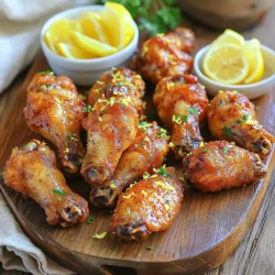 Um köstliche knusprige Zitronenpfefferflügel zu machen, benötigen Sie: - 900 g Hähnchenflügel - 2 Esslöffel Olivenöl - 1 Esslöffel Zitronenschale (frisch gerieben) - 2 Esslöffel Zitronensaft (frisch gepresst) - 1 Esslöffel schwarzer Pfeffer - 2 Teelöffel Knoblauchpulver - 1 Teelöffel Zwiebelpulver - 1 Teelöffel Paprika - 1 Teelöffel Salz - 1/2 Teelöffel Cayennepfeffer (optional für zusätzliche Schärfe) - Frische Petersilie, gehackt (zum Garnieren) Jede Zutat spielt eine wichtige Rolle. Hähnchenflügel sind die Basis. Sie bieten viel Geschmack und Textur. Olivenöl hilft, die Flügel zu bräunen und macht sie knusprig. Zitronenschale und Zitronensaft bringen frische Säure und einen tollen Geschmack. Schwarzer Pfeffer fügt Würze hinzu. Knoblauch- und Zwiebelpulver sorgen für Tiefe. Paprika gibt Farbe und ein wenig Süße. Salz ist wichtig, um alle Aromen zu verstärken. Cayennepfeffer bringt einen Schärfekick, wenn Sie es scharf mögen. Petersilie ist das i-Tüpfelchen, das die Flügel schön aussehen lässt. Wählen Sie frische Hähnchenflügel, die rosig und fest sind. Achten Sie auf das Haltbarkeitsdatum. Die Zitronen sollten fest und schwer sein. Frische Zitronen haben einen starken Duft. Verwenden Sie frische Kräuter, wenn möglich. Sie geben mehr Geschmack als getrocknete. Kaufen Sie Gewürze in kleinen Mengen, um die Frische zu garantieren. So machen Sie Ihre Flügel wirklich lecker! Zuerst musst du die Hähnchenflügel vorbereiten. Nimm ein Küchentuch und tupfe die Flügel trocken. Das hilft, sie später knusprig zu machen. Wenn die Flügel trocken sind, bist du bereit für die Marinade. Jetzt machen wir die Marinade. Nimm eine große Schüssel. Füge 2 Esslöffel Olivenöl, 1 Esslöffel Zitronenschale und 2 Esslöffel Zitronensaft hinzu. Gib dann 1 Esslöffel schwarzen Pfeffer, 2 Teelöffel Knoblauchpulver, 1 Teelöffel Zwiebelpulver, 1 Teelöffel Paprika und 1 Teelöffel Salz dazu. Wenn du es scharf magst, füge 1/2 Teelöffel Cayennepfeffer hinzu. Rühre alles gut um. Jetzt kannst du die Hähnchenflügel in die Marinade geben. Wende sie gut, bis sie überall bedeckt sind. Lasse sie mindestens 30 Minuten im Kühlschrank mariniert. Für mehr Geschmack kannst du sie auch bis zu 2 Stunden marinieren. Heize deinen Airfryer auf 193 °C vor. Lass ihn etwa 5 Minuten laufen. Lege dann die marinierten Flügel in den Korb des Airfryers. Achte darauf, dass sie in einer einzigen Schicht liegen. So garen sie gleichmäßig. Frittiere die Flügel für 25 bis 30 Minuten. Wende sie nach der Hälfte der Zeit, damit sie goldbraun und knusprig werden. Nach dem Garen nimm die Flügel vorsichtig heraus und lass sie einige Minuten ruhen. Garniere sie vor dem Servieren mit frisch gehackter Petersilie. Um deine Flügel wirklich knusprig zu machen, achte auf die Luftzirkulation. Lege die Hähnchenflügel in einer einzigen Schicht in den Airfryer. Wenn du sie übereinander stapelst, kann die heiße Luft nicht zirkulieren. So werden die Flügel nicht gleichmäßig gar und knusprig. Du kannst auch einen Luftfrittierkorb verwenden, der die Luft um die Flügel herum zirkulieren lässt. Die Marinierzeit ist wichtig für den Geschmack. Ich empfehle, die Hähnchenflügel mindestens 30 Minuten zu marinieren. Wenn du mehr Zeit hast, marinieren sie bis zu 2 Stunden. So können die Aromen von Zitronensaft und Gewürzen gut in das Fleisch einziehen. Je länger du marinierst, desto intensiver wird der Geschmack. Wenn du viele Flügel zubereitest, gare sie in Chargen. Das sorgt dafür, dass sie gleichmäßig knusprig werden. Wenn du zu viele Flügel auf einmal in den Airfryer legst, wird die Luft zirkuliert und die Flügel werden weich. Teile die Hähnchenflügel also lieber in zwei oder drei Chargen auf. So bekommst du perfekte, knusprige Flügel, die jeder lieben wird! {{image_4}} Du kannst die Zitronenpfefferflügel anpassen. Probiere andere Gewürze aus, um neue Geschmäcker zu entdecken. Hier sind ein paar Ideen: - Honig-Sriracha: Füge Honig und Sriracha-Sauce hinzu für eine süß-scharfe Note. - BBQ-Gewürz: Verwende BBQ-Gewürz für einen rauchigen Geschmack. - Asiatische Mischung: Füge Sojasauce, Ingwer und Sesam hinzu für einen asiatischen Touch. Wenn du gesünder essen möchtest, kannst du einige Zutaten ändern. Hier sind Optionen: - Hähnchenbrust: Nutze Hähnchenbrust statt Flügel für weniger Fett. - Luftfrittier-Spray: Verwende weniger Öl oder ein Luftfrittier-Spray. - Gemüsebeilage: Serviere die Flügel mit einer frischen Gemüsemischung. Dips machen die Flügel noch besser! Hier sind einige Vorschläge: - Joghurt-Dip: Mische Naturjoghurt mit Knoblauch und frischen Kräutern. - Zitronen-Aioli: Kombiniere Mayonnaise mit Zitronensaft und Knoblauch. - Salsa: Eine frische Tomatensalsa passt gut zu den Flügeln. Experimentiere mit diesen Variationen. Du wirst viele tolle Kombinationen finden! Um Ihre knusprigen Zitronenpfefferflügel frisch zu halten, bewahren Sie diese in einem luftdichten Behälter auf. Lassen Sie die Flügel zuerst auf Raumtemperatur abkühlen. Legen Sie dann die Flügel in den Behälter und verschließen Sie ihn gut. Dies hilft, die Knusprigkeit und den Geschmack zu bewahren. Wenn Sie die Flügel für einen späteren Genuss aufbewahren möchten, stellen Sie sicher, dass Sie sie innerhalb von zwei Stunden nach dem Kochen lagern. Um die Flügel wieder knusprig zu machen, nutzen Sie Ihren Airfryer. Stellen Sie die Temperatur auf 180 °C (350 °F). Geben Sie die Flügel in den Korb und erhitzen Sie sie für etwa 5 bis 8 Minuten. Wenden Sie die Flügel einmal, damit sie gleichmäßig warm werden. Achten Sie darauf, die Flügel nicht zu lange zu erhitzen, sonst verlieren sie ihre Knusprigkeit. Die gekochten Flügel halten sich im Kühlschrank etwa 3 bis 4 Tage. Achten Sie darauf, die Flügel in einem luftdichten Behälter zu lagern. Wenn Sie die Flügel länger aufbewahren möchten, können Sie sie auch einfrieren. So bleiben sie bis zu 3 Monate frisch. Denken Sie daran, sie vor dem Servieren im Kühlschrank aufzutauen. Die Flügel sollten mindestens 30 Minuten marinieren. So ziehen die Aromen gut ein. Für einen stärkeren Geschmack empfehle ich, die Flügel bis zu 2 Stunden im Kühlschrank zu lassen. Je länger sie marinieren, desto besser wird der Geschmack. Ja, du kannst gefrorene Flügel verwenden. Achte jedoch darauf, sie vorher vollständig aufzutauen. Das Aufwärmen in der Mikrowelle oder über Nacht im Kühlschrank funktioniert gut. So wird das Garen im Airfryer gleichmäßiger. Das hängt von der Größe deines Airfryers ab. In der Regel passen etwa 900 g Flügel in einen Standard-Airfryer. Lege die Flügel in einer einzigen Schicht hinein. So wird alles gleichmäßig knusprig. Wenn du mehr Flügel hast, gare sie in Chargen. Diese Anleitung zeigt Ihnen, wie Sie knusprige Zitronenpfefferflügel zubereiten. Wir haben alle wichtigen Zutaten detailliert beschrieben und Tipps zur Auswahl frischer Produkte gegeben. Die Schritt-für-Schritt-Anleitung führt Sie durch die gesamte Zubereitung, vom Marinieren bis zum perfekten Garen im Airfryer. Denken Sie an die Tricks für optimale Knusprigkeit und das Marinieren für mehr Geschmack. Experimentieren Sie mit Varianten und genießen Sie verschiedene Dips. Mit diesen Tipps bleibt Ihr Gericht frisch. Kochen Sie los und begeistern Sie Ihre Gäste!