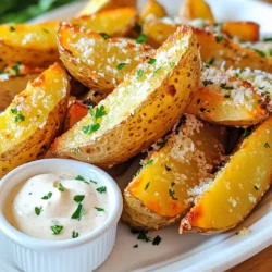 - 4 große Russet-Kartoffeln - 60 g geriebener Parmesan - 2 Esslöffel Olivenöl - 1 Teelöffel Knoblauchpulver - 1 Teelöffel Zwiebelpulver - 1/2 Teelöffel geräuchertes Paprikapulver - 1/2 Teelöffel getrockneter Oregano - Salz und Pfeffer nach Geschmack - Frische Petersilie, gehackt Ich liebe es, mit frischen Zutaten zu arbeiten. Die Russet-Kartoffeln sind perfekt für diese leckeren Spalten. Sie haben eine tolle Textur und nehmen die Aromen gut auf. Parmesan bringt einen reichen, salzigen Geschmack. Diese Kombination macht die Kartoffeln besonders schmackhaft. Die Gewürze sind der Schlüssel zu einem tollen Geschmack. Olivenöl sorgt dafür, dass die Gewürze gut haften. Knoblauch- und Zwiebelpulver geben die nötige Tiefe. Geräuchertes Paprikapulver bringt eine leichte Rauchnote. Oregano fügt eine frische Kräuternote hinzu. Vergiss nicht, mit Salz und Pfeffer zu würzen, damit der Geschmack rund wird. Für die Garnitur nutze ich frische Petersilie. Sie bringt Farbe und einen frischen Geschmack. Ein einfaches, aber effektives Finish für diese köstlichen Kartoffelspalten! Zuerst waschen Sie die Kartoffeln gut. Schrubben Sie sie, um Schmutz zu entfernen. Schneiden Sie jede Kartoffel in etwa 8 Spalten. Achten Sie darauf, dass die Stücke gleich groß sind. So garen sie gleichmäßig und werden schön knusprig. Geben Sie die Kartoffelspalten in eine große Schüssel. Fügen Sie 2 Esslöffel Olivenöl hinzu und vermengen Sie alles gut. Jede Spalte sollte mit Öl bedeckt sein. In einer kleinen Schüssel mischen Sie die Gewürze: 60 g geriebenen Parmesan, 1 Teelöffel Knoblauchpulver, 1 Teelöffel Zwiebelpulver, 1/2 Teelöffel geräuchertes Paprikapulver und 1/2 Teelöffel getrockneten Oregano. Rühren Sie alles gut um. Streuen Sie diese Mischung über die Kartoffelspalten und vermengen Sie alles erneut. Heizen Sie die Heißluftfritteuse auf 200 °C vor. Legen Sie die Kartoffelspalten in den Korb. Achten Sie darauf, dass sie in einer einzigen Schicht liegen. Überfüllen Sie den Korb nicht. Garen Sie die Spalten für 15-20 Minuten. Schütteln Sie den Korb zur Hälfte der Garzeit. So werden die Kartoffeln gleichmäßig goldbraun und knusprig. Nach dem Garen nehmen Sie die Spalten heraus und lassen sie kurz abkühlen. Bestreuen Sie sie mit frischer, gehackter Petersilie, bevor Sie servieren. - Bedeutung der Vorheizung: Vorheizen ist sehr wichtig. Die Heißluftfritteuse sollte auf 200 °C sein. Das hilft, die Kartoffeln gleichmäßig zu garen. - Schichten im Korb und deren Einfluss: Lege die Kartoffelspalten in einer einzigen Schicht. Überfüllung macht sie weich. Wenn du genügend Platz lässt, werden sie knusprig und goldbraun. - Varianten von Gewürzen ausprobieren: Probiere verschiedene Gewürze aus. Paprika, Chili oder italienische Kräuter geben einen neuen Geschmack. - Anpassungen für verschiedene Geschmäcker: Wenn du es schärfer magst, füge mehr Chili hinzu. Für milde Geschmäcker nimm weniger Gewürz. - Präsentationstipps für mehr Appetitlichkeit: Serviere die Kartoffelspalten auf einem Holztablett. Eine schlichte weiße Platte sieht auch gut aus. - Dips und Saucen empfehlen: Biete Dips wie Ranch oder Aioli an. Sie passen perfekt zu den knusprigen Spalten. {{image_4}} Um Ihren Parmesan Kartoffelspalten einen neuen Twist zu geben, probieren Sie verschiedene Gewürze. Asiatische Gewürze wie Sojasauce und Ingwer verleihen einen spannenden Geschmack. Für einen mexikanischen Flair fügen Sie Chili-Pulver und Kreuzkümmel hinzu. Diese Kombinationen bringen Vielfalt in jedes Gericht. Experimentieren Sie mit den Gewürzen, um Ihre Lieblingsmischung zu finden. Wenn Sie glutenfrei oder laktosefrei essen, ist das kein Problem. Parmesan lässt sich leicht durch laktosefreien Käse ersetzen. Ebenso können Sie glutenfreie Paniermehl-Alternativen verwenden. Diese Anpassungen machen das Rezept für jeden zugänglich. So genießen alle die knusprigen Kartoffelspalten. Für noch mehr Geschmack können Sie andere Käsesorten verwenden. Versuchen Sie Cheddar oder Feta für einen neuen Geschmack. Auch Gemüse wie Paprika oder Zucchini passen gut dazu. Fügen Sie einfach die Gemüsewürfel in den Mix. So wird Ihr Gericht noch bunter und gesünder. Die besten Möglichkeiten, Reste zu lagern, sind der Kühlschrank und die Gefriertruhe. Im Kühlschrank bleiben die Kartoffelspalten frisch. Verwenden Sie einen luftdichten Behälter. So können Sie sie bis zu drei Tage aufbewahren. Wenn Sie die Reste für länger lagern wollen, frieren Sie sie ein. Legen Sie sie in einen Gefrierbeutel und drücken Sie die Luft heraus. So bleiben sie bis zu drei Monate genießbar. Um die Kartoffelspalten wieder knusprig zu machen, heizen Sie die Heißluftfritteuse auf 200 °C vor. Legen Sie die Reste in den Korb. Frittieren Sie sie für etwa 5 bis 7 Minuten. Dies gibt ihnen die Frische zurück. Sie können auch den Ofen verwenden. Legen Sie die Spalten auf ein Backblech und backen Sie sie bei 180 °C für etwa 10 Minuten. So schmecken sie fast wie frisch zubereitet. Die Haltbarkeit der Reste hängt vom Lagerort ab. Im Kühlschrank sind sie bis zu drei Tage gut. In der Gefriertruhe können sie bis zu drei Monate halten. Es ist wichtig, darauf zu achten, ob sie einen unangenehmen Geruch haben oder sich die Textur ändert. Wenn das der Fall ist, sollten Sie sie nicht mehr essen. Die Garzeit für die Kartoffelspalten beträgt 15 bis 20 Minuten. Ich empfehle, sie nach 10 Minuten zu schütteln. So werden sie gleichmäßig knusprig. Achte darauf, dass sie goldbraun sind, bevor du sie herausnimmst. Ja, du kannst andere Sorten verwenden. Yukon Gold oder Süßkartoffeln sind ebenfalls lecker. Diese Sorten haben unterschiedliche Aromen und Texturen. Experimentiere, um deine Lieblingsvariante zu finden. Beliebte Dips sind Ranch, Aioli und Ketchup. Auch scharfe Saucen passen gut dazu. Probiere verschiedene Dips aus, um deinen perfekten Snack zu finden. Diese Anleitung zeigt dir, wie du leckere Parmesan-Kartoffelspalten im Air Fryer zubereitest. Wir haben die besten Zutaten, Gewürze und Tipps geteilt. Mit ein paar einfachen Schritten und Variationen kannst du jedes Mal köstliche Snacks kreieren. Denke daran, die Kartoffeln richtig zu würzen und die richtige Temperatur zu nutzen. So gelingen sie dir garantiert! Ob als Beilage oder Snack, mit den richtigen Dips sind sie ein Hit. Probier es aus und genieße!