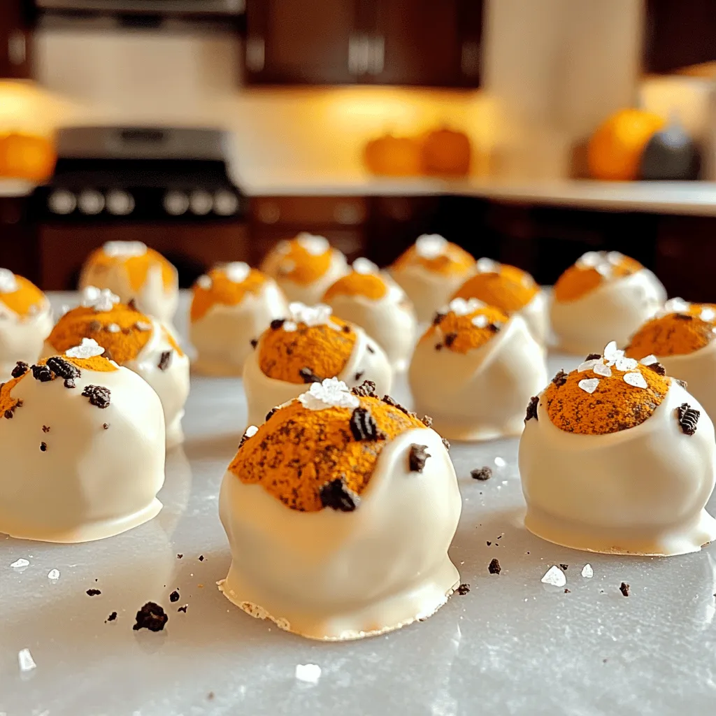 Für die Kürbisgewürz Oreo Trüffel benötigen Sie: - 1 Packung (15,25 oz) Kürbisgewürz Oreo-Kekse - 8 oz Frischkäse, weichgeschlagen - 1 Teelöffel Vanilleextrakt - 1 Tasse weiße Schokoladenstückchen - 1 Teelöffel Kürbisgewürzmischung - 1 Esslöffel Kokosöl (optional für das Schmelzen der Schokolade) - Eine Prise Meersalz Diese Zutaten geben den Trüffeln ihren besonderen Geschmack. Die Kombination aus Oreo-Keksen und Frischkäse macht sie cremig und süß. Um die Trüffel noch ansprechender zu machen, können Sie folgende Zutaten verwenden: - Extra zerbröselte Oreo-Kekse zur Dekoration Diese zerbröselten Kekse verleihen den Trüffeln einen knusprigen Biss und sehen toll aus. Wenn Sie keine Kürbisgewürz Oreo-Kekse haben, können Sie auch andere Oreo-Sorten verwenden. Probieren Sie die klassischen Oreo-Kekse oder die Schokoladenversion. Für den Frischkäse können Sie auch eine vegane Alternative wählen. So bleibt das Rezept für alle zugänglich. Die weiße Schokolade kann durch Zartbitterschokolade ersetzt werden, falls Sie den Geschmack bevorzugen. Mit diesen Zutaten können Sie die Trüffel ganz nach Ihrem Geschmack anpassen! Zuerst gebe ich die Kürbisgewürz Oreo-Kekse in die Küchenmaschine. Ich püriere die Kekse, bis sie zu feinem Pulver werden. Dies ist der Grundbaustein für die Trüffel. Das Pulver hat die perfekte Konsistenz. In einer großen Schüssel vermische ich die zerkleinerten Kekse mit dem weichgeschlagenen Frischkäse. Ich füge auch einen Teelöffel Vanilleextrakt hinzu. Ich rühre alles gut um, bis die Mischung gleichmäßig ist. Der Teig sollte eine schöne, formbare Konsistenz haben. Jetzt nehme ich kleine Portionen der Mischung. Ich rolle sie mit meinen Händen zu Bällchen von etwa 2,5 cm Durchmesser. Diese lege ich auf ein mit Backpapier ausgelegtes Backblech. Dann stelle ich das Blech für etwa 30 Minuten in den Kühlschrank. So werden die Trüffel fest und leicht zu überziehen. Für die Schokolade gebe ich die weißen Schokoladenstückchen in eine mikrowellengeeignete Schüssel. Ich füge die Kürbisgewürzmischung und das Kokosöl hinzu. Dann erwärme ich die Mischung in der Mikrowelle in 30-Sekunden-Intervallen. Ich rühre dazwischen um, bis die Schokolade glatt ist. Ich tauche jeden gekühlten Trüffel in die geschmolzene Schokolade. Dabei achte ich darauf, dass jeder Trüffel vollständig überzogen ist. Ich hebe ihn mit einer Gabel heraus und lasse überschüssige Schokolade abtropfen. Während die Schokolade noch feucht ist, streue ich eine Prise Meersalz und zerbröselte Oreo-Kekse darauf. Nun lege ich das Blech mit den Trüffeln wieder in den Kühlschrank. Ich lasse sie für weitere 30 Minuten kühlen, damit die Schokolade fest wird. Nach dem Festwerden kann ich die Kürbisgewürz Oreo-Pralinen genießen. Sie sind eine köstliche, herbstliche Leckerei! Ein häufiger Fehler ist, die Oreo-Kekse nicht fein genug zu zerkleinern. Wenn die Krümel zu grob sind, wird die Mischung schwer zu formen. Achten Sie darauf, die Kekse zu einem feinen Pulver zu verarbeiten. Ein weiterer Fehler ist, die Trüffel nicht genug zu kühlen. Wenn sie zu warm sind, wird die Schokolade beim Überziehen flüssig. Kühlen Sie die Bällchen gut, bevor Sie die Schokolade hinzufügen. Um die perfekten Trüffel zu machen, verwenden Sie weichen Frischkäse. Er macht die Mischung cremig und leicht zu formen. Mischen Sie die Zutaten gut, bis keine Klumpen mehr vorhanden sind. Rollen Sie die Bällchen gleichmäßig, so erhalten sie eine schöne Form. Denken Sie daran, die Trüffel nach dem Überziehen sofort zu kühlen. So wird die Schokolade schnell fest. Sie können die weiße Schokolade durch dunkle oder Milchschokolade ersetzen. Dies gibt Ihnen einen anderen Geschmack. Fügen Sie auch verschiedene Gewürze zur Schokolade hinzu, wie Zimt oder Muskatnuss. Für einen besonderen Touch können Sie die Trüffel mit gehackten Nüssen oder Kokosraspeln dekorieren. So passen Sie die Trüffel an Ihren persönlichen Geschmack an. {{image_4}} Die Kürbisgewürz Oreo Trüffel sind schon lecker, aber du kannst auch andere Geschmäcker erkunden. Probiere zum Beispiel die klassische Oreo-Sorte. Diese Variante schmeckt ebenfalls toll. Du kannst auch andere Kekse verwenden, wie Schokoladenkekse oder Vanillekekse. Das gibt den Trüffeln einen neuen Twist. Wenn dir weiße Schokolade nicht gefällt, kannst du sie leicht ersetzen. Dunkle Schokolade ist eine tolle Wahl. Sie gibt den Trüffeln einen intensiveren Geschmack. Auch Milchschokolade passt gut dazu. Achte darauf, die Schokolade gut zu schmelzen, damit sie schön glänzt. Du kannst die Trüffel auch kleiner machen, um Mini-Trüffel zu formen. Diese sind perfekt für Partys oder als kleine Snacks. Verwende einfach kleinere Portionen der Mischung. Du kannst auch andere Formen ausprobieren, wie Herzen oder Sterne. Verwende dafür Silikonformen. Das macht die Trüffel noch kreativer und lustiger. Um die Frische der Kürbisgewürz Oreo Trüffel zu bewahren, lege sie in einen luftdichten Behälter. Es ist wichtig, dass die Trüffel nicht mit Luft in Kontakt kommen. So bleibt ihr Geschmack und ihre Konsistenz erhalten. Du kannst auch Backpapier zwischen die Schichten legen. Das hilft, das Ankleben zu vermeiden. Im Kühlschrank halten die Trüffel etwa eine Woche. Stelle sicher, dass der Behälter gut verschlossen ist. Wenn du die Trüffel länger aufbewahren möchtest, friere sie ein. Sie sind im Gefrierfach bis zu drei Monate haltbar. Achte darauf, sie in einem gefrierbeständigen Behälter zu lagern. So verhinderst du, dass sie frostig werden oder Gerüche annehmen. Wenn du Reste hast, kannst du diese kreativ nutzen. Zerbrich die Trüffel und füge sie zu einer Eiscreme hinzu. Du kannst auch die Brösel in Muffins oder Kuchen verwenden. Ein weiterer Vorschlag ist, sie in Joghurt zu mischen. So erhältst du einen leckeren Snack oder ein schnelles Dessert. Die Kürbisgewürz Oreo Pralinen halten im Kühlschrank etwa eine Woche. Sie bleiben frisch und lecker. Wenn du sie länger aufbewahren möchtest, friere sie ein. Im Gefrierfach bleiben sie bis zu drei Monate gut. Ja, du kannst die Trüffel im Voraus zubereiten. Sie lassen sich perfekt ein oder zwei Tage vorher machen. Das Kühlen verbessert den Geschmack, da die Aromen Zeit haben, sich zu verbinden. Zu den Trüffeln passen viele Getränke gut. Ein warmer Apfelwein bringt die Herbststimmung. Oder genieße sie mit einer Tasse Kaffee. Ein Glas Milch ist auch eine gute Wahl für einen süßen Genuss. Kürbisgewürz Oreo-Kekse findest du in vielen Supermärkten während der Herbstsaison. Sie sind oft in der Nähe anderer Kekse oder Snacks. Online-Shops bieten ebenfalls eine gute Auswahl. Diese Kürbisgewürz Oreo Pralinen sind einfach zuzubereiten und lecker. Wir haben die wichtigsten Zutaten und Schritt-für-Schritt-Anleitungen behandelt. Tipps helfen dir, häufige Fehler zu vermeiden. Du kannst auch Variationen ausprobieren, um neue Geschmäcker zu entdecken. Bewahre die Pralinen richtig auf, damit sie frisch bleiben. Nutze die FAQs für deine Fragen. Viel Spaß beim Machen und Genießen dieser Leckereien!