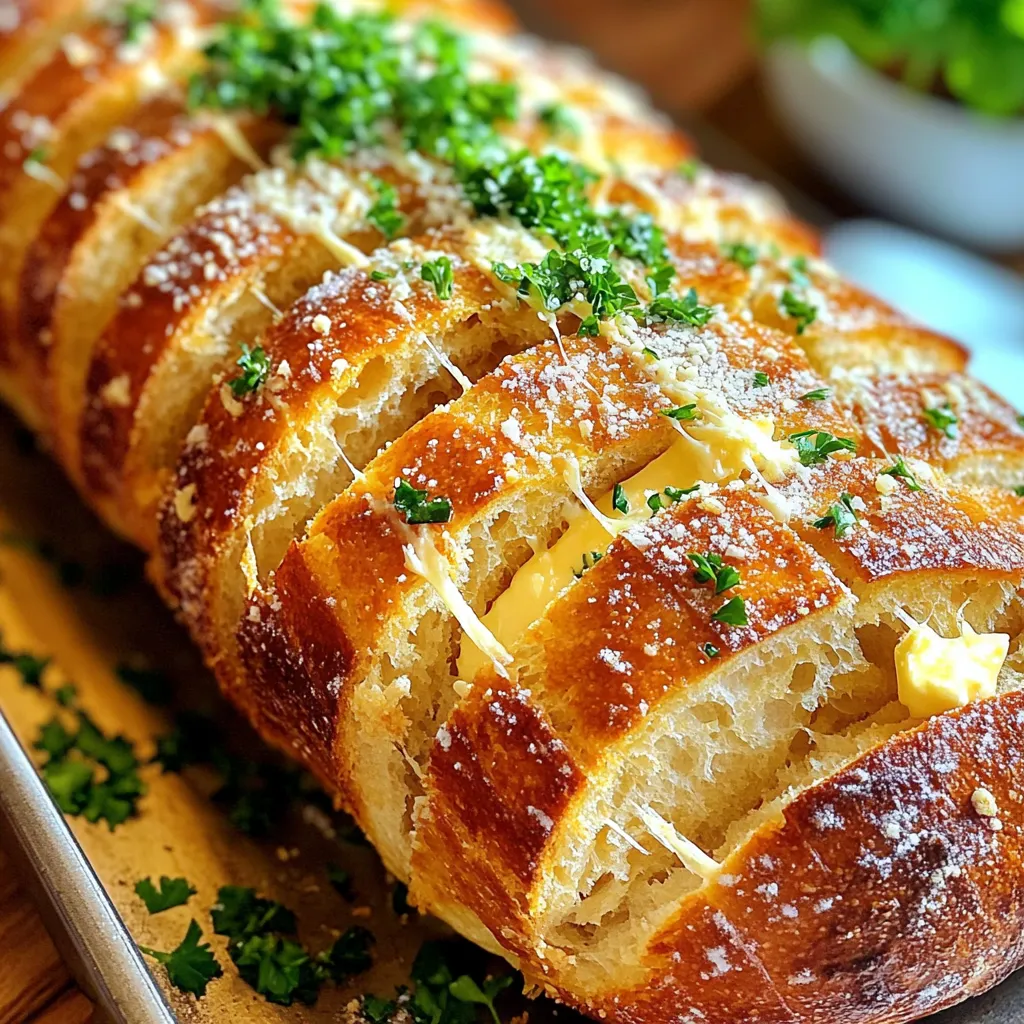 - 1 Laib frisches italienisches Brot oder Sauerteigbrot - 4 Esslöffel ungesalzene Butter - 6 Knoblauchzehen Die Hauptzutaten sind einfach. Wählen Sie ein gutes italienisches Brot oder Sauerteigbrot. Diese Brote haben einen tollen Geschmack und eine schöne Textur. Verwenden Sie frische Knoblauchzehen für den besten Geschmack. Die ungesalzene Butter macht das Brot reichhaltig und cremig. - 1 Teelöffel getrockneter Oregano - 2 Esslöffel frische Petersilie - Salz und schwarzer Pfeffer Gewürze bringen das Brot zum Leben. Oregano fügt eine warme, erdige Note hinzu. Frische Petersilie sorgt für einen frischen Kick. Achten Sie darauf, genug Salz und Pfeffer zu verwenden. Diese Gewürze heben den Geschmack des Brotes. - 1 Tasse geriebener Parmesan-Käse Parmesan ist der Star in diesem Rezept. Er schmilzt gut und hat einen kräftigen, salzigen Geschmack. Der Käse wird in die Schnitte des Brotes gestreut, was jedem Bissen einen leckeren Käsegeschmack gibt. Verwenden Sie frisch geriebenen Parmesan, wenn möglich, um das Beste aus diesem Rezept herauszuholen. Heize deinen Ofen auf 190°C vor. Das ist die perfekte Temperatur für unser Brot. Lege ein Backblech mit Backpapier aus, um das Brot später einfach zu entnehmen. Schneide das Brot vorsichtig in gleichmäßige Abschnitte. Lass etwa 2,5 cm Abstand zwischen den Schnitten. Achte darauf, dass das Unterteil des Brotes ganz bleibt. So bleibt das Brot zusammen und kann leicht auseinandergezogen werden. Schmelze die Butter in einer kleinen Schüssel. Füge die fein gehackten Knoblauchzehen, Oregano, Salz und Pfeffer hinzu. Mische alles gut. Mit einem Pinsel oder Löffel trage die Mischung großzügig auf die Schnittflächen des Brotes auf. Achte darauf, dass die Mischung gut in die Ritzen eindringt. Legen das Brot auf das vorbereitete Backblech. Decke es locker mit Aluminiumfolie ab. Backe das Brot 15 Minuten. Entferne dann die Folie und backe es weitere 10 Minuten, bis die Oberseite goldbraun ist. Nehme das Brot aus dem Ofen und bestreue es mit frischer Petersilie, bevor du es servierst. Für das beste Ergebnis beim Backen ist Timing wichtig. Beginne mit dem Vorheizen des Ofens auf 190°C. Das sorgt für gleichmäßiges Backen. Decke das Brot nach 15 Minuten mit Folie ab. So bleibt es saftig. Nach weiteren 10 Minuten entferne die Folie. Das Brot muss goldbraun und knusprig sein. Überwache es gut, um das perfekte Ergebnis zu erhalten. Frische Zutaten machen einen großen Unterschied im Geschmack. Nutze frische Kräuter wie Petersilie. Sie bringen mehr Aroma ins Brot. Auch frischer Parmesan hat einen intensiveren Geschmack. Getrocknete Kräuter sind oft weniger stark. Wenn du frische Zutaten verwendest, wirst du den Unterschied sofort schmecken. Das Auftragen der Knoblauch-Butter-Mischung ist wichtig. Verwende einen Pinsel, um das Brot gleichmäßig zu bestreichen. Drücke die Mischung gut in die Schnitte. So verteilt sich der Geschmack besser. Achte darauf, dass jede Ritze gut gefüllt ist. Das sorgt für ein intensives Aroma in jedem Bissen. {{image_4}} Fügen Sie Ihrem Knoblauch Parmesan Pull-Apart Brot mehr Geschmack hinzu. Speck ist eine tolle Wahl. Er bringt eine salzige Note und eine knusprige Textur. Sie können auch andere Käsesorten ausprobieren. Mozzarella oder Cheddar geben ein neues Aroma. Einfach die Käsesorten in die Schnitte geben. Ihr Brot wird so noch leckerer! Experimentieren Sie mit Gewürzen und Kräutern. Zum Beispiel können Sie frische Kräuter verwenden. Basilikum oder Thymian passen gut. Für einen schärferen Geschmack können Sie rote Paprikaflocken hinzufügen. Diese kleinen Änderungen machen viel aus. Seien Sie kreativ und finden Sie Ihre perfekte Mischung! Für glutenfreies Brot gibt es viele Alternativen. Suchen Sie nach glutenfreiem Brot in Ihrem Geschäft. Viele Marken bieten leckere Sorten an. Achten Sie auf die Textur und den Geschmack. Sie können auch selbst glutenfreies Brot backen. Verwenden Sie Mandeln oder Kokosmehl. So genießen Sie das Rezept ohne Gluten. Um das Knoblauch Parmesan Pull-Apart Brot frisch zu halten, lagern Sie es am besten bei Raumtemperatur. Wickeln Sie das Brot in ein sauberes Küchentuch. So bleibt es weich. Stellen Sie sicher, das Brot nicht in Plastikfolie zu verpacken. Plastik kann das Brot matschig machen. Wenn Sie das Brot jedoch länger aufbewahren wollen, legen Sie es in den Kühlschrank. Achten Sie darauf, dass es gut verpackt ist, um Trockenheit zu vermeiden. Das Einfrieren ist eine tolle Methode, um Brot länger frisch zu halten. Schneiden Sie das Brot in Stücke, bevor Sie es einfrieren. Wickeln Sie jedes Stück in Frischhaltefolie oder Aluminiumfolie. Legen Sie die Stücke dann in einen Gefrierbeutel. So vermeiden Sie Gefrierbrand. Zum Auftauen nehmen Sie das Brot einfach aus dem Gefrierfach und lassen es bei Raumtemperatur aufwärmen. Sie können das Brot auch kurz im Ofen aufbacken. So wird es wieder knusprig. Frisches Knoblauch Parmesan Pull-Apart Brot hält sich bei Raumtemperatur etwa zwei bis drei Tage. Im Kühlschrank bleibt es bis zu einer Woche gut. Um Verderb zu erkennen, prüfen Sie das Brot auf Schimmel oder einen unangenehmen Geruch. Wenn das Brot trocken oder hart ist, ist es besser, es nicht mehr zu essen. Bei der Lagerung ist es wichtig, auf die Frische zu achten, um das beste Geschmackserlebnis zu garantieren. Knoblauch-Parmesan-Zupfbrot bleibt frisch für etwa zwei Tage. Lagern Sie es in einem luftdichten Behälter. So bleibt es weich und lecker. Wenn Sie es länger aufbewahren möchten, frieren Sie es ein. Wickeln Sie das Brot gut in Folie. So bleibt es bis zu drei Monate haltbar. Ja, Sie können das Brot im Voraus zubereiten. Bereiten Sie die Knoblauch-Butter-Mischung und das Brot vor. Schneiden Sie das Brot jedoch erst kurz vor dem Backen. Wickeln Sie das Brot in Folie und kühlen Sie es. Wenn Sie bereit sind, backen Sie es einfach, bis es goldbraun ist. Knoblauch-Parmesan-Zupfbrot hat einige gesunde Aspekte, aber auch Kalorien. Es enthält frische Zutaten wie Knoblauch und Petersilie. Diese fördern die Gesundheit. Parmesan liefert Kalzium, aber auch Fett. Nährwertbetrachtungen und Alternativen für Gesundheit: - Verwenden Sie Vollkornbrot für mehr Ballaststoffe. - Reduzieren Sie die Butter oder ersetzen Sie sie durch Olivenöl. - Fügen Sie mehr Kräuter für zusätzlichen Geschmack hinzu, ohne die Kalorien zu erhöhen. Dieses Brot ist lecker, aber genießen Sie es in Maßen! In diesem Blogbeitrag haben wir die Zutaten, Anleitung und Tipps für Knoblauch-Parmesan-Zupfbrot besprochen. Du hast gelernt, wie du frisches Brot mit Butter und Knoblauch zubereitest. Wichtig ist die Wahl der frischen Zutaten für besten Geschmack. Du kannst auch variieren, indem du zusätzliche Zutaten hinzufügst oder das Brot glutenfrei machst. Achte auf die Lagerung, um die Haltbarkeit zu maximieren. Mit diesen Tipps wirst du garantiert ein köstliches Ergebnis erzielen, das immer wieder begeistert.
