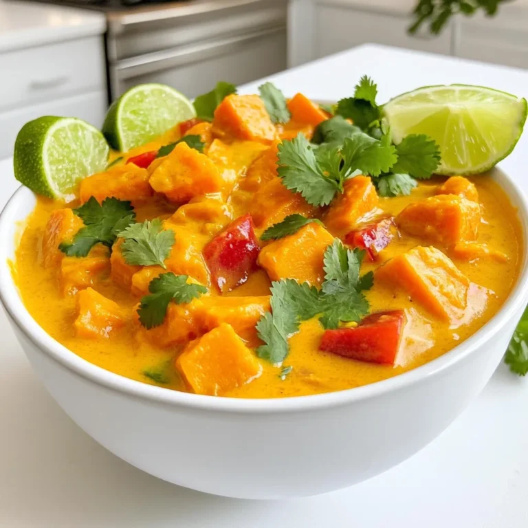 Für unser Süßkartoffel-Kokos-Curry brauchen wir einige einfache Zutaten. Diese sind: - 2 mittelgroße Süßkartoffeln, geschält und gewürfelt - 1 Dose (400 ml) Kokosmilch - 1 Esslöffel Kokosöl - 1 Zwiebel, fein gehackt - 3 Knoblauchzehen, gehackt - 1 Esslöffel frischer Ingwer, gerieben - 1 rote Paprika, in Streifen geschnitten - 240 ml Gemüsebrühe Diese Zutaten geben dem Curry einen tollen Geschmack und die Süßkartoffeln sorgen für eine cremige Konsistenz. Die Gewürze sind das Herzstück dieses Gerichts. Hier sind die Gewürze, die du verwenden solltest: - 1 Esslöffel Currypulver - 1 Teelöffel Kurkuma - 1 Teelöffel Kreuzkümmel - Salz und Pfeffer nach Geschmack Diese Gewürze bringen die Aromen zusammen und sorgen für einen würzigen Kick. Currypulver gibt den typischen Geschmack, während Kurkuma und Kreuzkümmel die Mischung abrunden. Zu diesem Curry passen einige Beilagen perfekt. Hier sind meine Empfehlungen: - Reis oder Quinoa - Naan-Brot oder Fladenbrot - Frischer Koriander zur Garnierung - Limettenspalten zum Servieren Reis oder Quinoa als Beilage macht das Gericht sättigender. Das Naan-Brot ist ideal, um die köstliche Sauce aufzutunken. Frischer Koriander und Limettenspalten sorgen für Frische und einen spritzigen Geschmack. Die Vorbereitung ist einfach und schnell. Du brauchst nur kurze Zeit, um alles bereit zu machen. Beginne mit dem Schälen und Würfeln der Süßkartoffeln. Du benötigst zwei mittelgroße Süßkartoffeln. Als Nächstes hacke die Zwiebel fein. Sie bringt einen tollen Geschmack ins Curry. Hacke auch die drei Knoblauchzehen und reibe den frischen Ingwer. Schneide die rote Paprika in Streifen. Das ist alles, was du für die Vorbereitung brauchst. Jetzt kommt der spannende Teil – das Kochen! Erhitze das Kokosöl in einem großen Topf bei mittlerer Hitze. Wenn das Öl heiß ist, gib die gehackte Zwiebel dazu. Dünste sie etwa fünf Minuten lang, bis sie glasig ist. Füge dann die gehackten Knoblauchzehen und den geriebenen Ingwer hinzu. Rühre ständig, damit sie für etwa eine Minute duften. Bestreue die Mischung mit Currypulver, Kurkuma und Kreuzkümmel. Brate die Gewürze für eine Minute an, um ihren Geschmack zu intensivieren. Jetzt kommt der große Moment! Gib die gewürfelten Süßkartoffeln und die geschnittene rote Paprika in den Topf. Vermenge alles gut, damit das Gemüse mit den Gewürzen überzogen ist. Gieße die Kokosmilch und die Gemüsebrühe in den Topf. Bringe die Mischung zum sanften Köcheln. Decke den Topf ab und lasse das Curry 15 bis 20 Minuten köcheln. Rühre gelegentlich um, damit nichts anbrennt. Wenn die Süßkartoffeln weich sind, schmecke das Curry mit Salz und Pfeffer ab. Füge nach Wunsch mehr Currypulver für zusätzlichen Geschmack hinzu. Das Curry ist jetzt bereit! Serviere es heiß in Schalen. Garniere es mit frischem Koriander für einen schönen Farbklecks. Lege ein paar Limettenspalten daneben. Sie geben dem Curry einen zesty Kick. Du kannst das Curry auch mit Reis oder Fladenbrot servieren. So wird es noch leckerer. Für das Süßkartoffel-Kokos-Curry ist die Temperatur wichtig. Verwende mittlere Hitze, um die Zwiebeln weich zu dünsten. Das dauert etwa 5 Minuten. Dann füge Knoblauch und Ingwer hinzu. Rühre sie eine Minute lang, um das Aroma freizusetzen. Beim Kochen des Currys solltest du die Mischung sanft köcheln lassen. Decke den Topf ab und lasse es 15 bis 20 Minuten köcheln. Die Süßkartoffeln sollten weich sein, aber nicht zerfallen. Rühre gelegentlich um, damit nichts anbrennt. Du kannst das Curry leicht verfeinern. Füge zum Beispiel frische Kräuter wie Koriander oder Basilikum hinzu. Diese geben Geschmack und Farbe. Limettensaft bringt eine frische Note, die super passt. Für mehr Schärfe kannst du frische Chili oder Chilipulver verwenden. Wenn du es cremiger magst, gib mehr Kokosmilch dazu. Probiere auch, andere Gemüse wie Spinat oder Zucchini hinzuzufügen. Ein häufiger Fehler ist, die Zwiebeln zu lange zu braten. Sie sollten glasig, nicht braun sein. Verliert man den Knoblauch, brennt er schnell an. Rühre ständig, während du ihn hinzufügst. Achte darauf, die Gewürze nicht zu früh hinzuzufügen. Sie brauchen Zeit, um ihren vollen Geschmack zu entfalten. Das Anbraten der Gewürze für eine Minute ist wichtig. Vermeide auch, das Curry zu lange zu kochen. Es soll nicht matschig werden. {{image_4}} Süßkartoffel-Kokos-Curry ist von Natur aus vegan. Du kannst die Zutaten einfach anpassen. Verwende immer frisches Gemüse. Statt Kokosöl kannst du auch Olivenöl nutzen. Das gibt dem Gericht einen anderen Geschmack. Du kannst auch Kichererbsen hinzufügen. Diese machen das Curry noch nahrhafter. Füge gerne weiteres Gemüse hinzu. Brokkoli, Karotten und grüne Bohnen passen gut. Diese Gemüse geben mehr Farbe und Nährstoffe. Zucchini oder Blumenkohl sind auch tolle Optionen. Du kannst die Gemüse nach deinem Geschmack wählen. Sie bringen neue Texturen und Aromen ins Curry. Wenn du es scharf magst, füge frische Chili hinzu. Verwende rote oder grüne Chili, je nach Vorliebe. Du kannst auch Chilipulver oder Sambal Oelek verwenden. Diese Gewürze geben dem Curry einen Kick. Experimentiere mit der Menge, um den perfekten Schärfegrad zu finden. Bewahre dein Süßkartoffel-Kokos-Curry in einem luftdichten Behälter auf. Achte darauf, dass der Behälter gut verschlossen ist. So bleibt das Curry frisch und lecker. Du kannst auch eine Portion in kleine Behälter füllen. So hast du immer eine schnelle Mahlzeit parat. Im Kühlschrank hält sich das Curry etwa 3 bis 5 Tage. Stelle sicher, dass du es innerhalb dieser Zeit isst. Schmecke es vor dem Servieren ab, um sicherzustellen, dass der Geschmack noch gut ist. Wenn es komisch riecht oder anders aussieht, wirf es weg. Das Einfrieren ist eine tolle Option, wenn du Reste hast. Du kannst das Curry in einem gefriergeeigneten Behälter aufbewahren. Achte darauf, etwas Platz für die Ausdehnung zu lassen. Es bleibt bis zu 3 Monate frisch im Gefrierfach. Zum Auftauen einfach über Nacht im Kühlschrank lassen. Erhitze es dann in einem Topf oder in der Mikrowelle. So hast du schnell eine köstliche Mahlzeit! Für die Zubereitung des Süßkartoffel-Kokos-Currys benötigst du etwa 30 Minuten. Die Vorbereitungszeit beträgt etwa 10 Minuten. Das Kochen dauert dann 15 bis 20 Minuten. In dieser Zeit werden die Süßkartoffeln weich und die Aromen verbinden sich gut. Du kannst den Kochprozess leicht überwachen, um sicherzustellen, dass nichts anbrennt. Ja, du kannst das Curry im Voraus zubereiten. Es schmeckt sogar noch besser, wenn es einige Stunden oder einen Tag im Kühlschrank steht. Koche das Curry, lasse es abkühlen und bewahre es in einem luftdichten Behälter auf. Wenn du bereit bist zu essen, erhitze es einfach auf dem Herd oder in der Mikrowelle. Achte darauf, es gut umzurühren, damit es gleichmäßig warm wird. Wenn du keine Kokosmilch verwenden möchtest, gibt es einige Alternativen. Du kannst Mandelmilch oder Sojamilch nehmen. Diese haben einen anderen Geschmack, aber sie funktionieren gut. Ein weiterer guter Ersatz ist die Mischung aus Sahne und Wasser. Das gibt eine ähnliche cremige Konsistenz. Du kannst auch Hafermilch ausprobieren, wenn du eine pflanzliche Option bevorzugst. In diesem Blogbeitrag haben wir die wichtigsten Zutaten für ein leckeres Süßkartoffel-Kokos-Curry besprochen. Ich habe Schritt-für-Schritt-Anweisungen gegeben, um dir beim Kochen zu helfen. Die Tipps helfen dir, das Curry perfekt zu machen und häufige Fehler zu vermeiden. Außerdem haben wir interessante Varianten und Lagerinformationen geteilt. Lass deiner Kreativität freien Lauf und genieße das Kochen. Ein schmackhaftes Curry bleibt immer ein Hit!