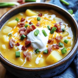 Für eine köstliche Slow Cooker Kartoffelsuppe benötigen wir: - 4 große Russet-Kartoffeln, geschält und gewürfelt - 1 mittelgroße Zwiebel, gehackt - 3 Knoblauchzehen, fein gehackt - 4 Tassen Gemüsebrühe - 1 Tasse Schlagsahne oder Kokoscreme (vegane Option) - 1 Tasse geriebener scharfer Cheddar-Käse, plus mehr zum Bestreuen Diese Zutaten bringen die Basis der Suppe. Die Kartoffeln geben eine cremige Textur. Zwiebeln und Knoblauch sorgen für einen tollen Geschmack. Um unsere Suppe zu würzen, brauchen wir: - 1 Teelöffel getrockneten Thymian - 1 Teelöffel geräuchertes Paprikapulver - Salz und Pfeffer nach Geschmack Diese Gewürze bringen Tiefe in den Geschmack. Thymian gibt eine frische Note. Das geräucherte Paprikapulver fügt einen rauchigen Geschmack hinzu. Für noch mehr Geschmack können wir hinzufügen: - 1 Tasse gekochten und zerbröselten Truthahnbacon oder pflanzlichen Bacon - ½ Tasse Sauerrahm oder griechischen Joghurt zum Garnieren - Gehackte Frühlingszwiebeln zur Garnierung Der Bacon bringt eine schöne Salzigkeit. Sauerrahm oder Joghurt sorgen für Frische. Frühlingszwiebeln geben einen knackigen Biss und eine schöne Farbe. Zuerst bereite ich die Kartoffeln vor. Ich schäle die großen Russet-Kartoffeln und würfle sie in kleine Stücke. So garen sie gleichmäßig. Ich hacke auch die Zwiebel und den Knoblauch fein. Diese Aromen geben der Suppe einen tollen Geschmack. Jetzt kommt der Spaß! Ich gebe die gewürfelten Kartoffeln, die gehackte Zwiebel, den Knoblauch und die Gemüsebrühe in den Slow Cooker. Es ist wichtig, alles gut zu vermischen. Dann streue ich getrockneten Thymian und geräuchertes Paprikapulver darauf. Ich füge auch Salz und Pfeffer hinzu. Das gibt der Suppe den perfekten Kick. Ich decke den Slow Cooker ab. Jetzt stelle ich ihn auf niedriges Setting für 6 bis 7 Stunden oder auf hohes Setting für 3 bis 4 Stunden. Die Kartoffeln sollten weich und zart werden. Ich liebe es, wie der Duft durch die Küche zieht, während die Suppe gart. Nach der Garzeit mache ich mich bereit, die Suppe zu pürieren. Ich nehme einen Kartoffelstampfer oder einen Stabmixer. Ich püriere einige Kartoffeln, lasse aber ein paar Stücke für die Textur. Dann rühre ich die Schlagsahne und den geriebenen Cheddar-Käse ein. Ich achte darauf, dass der Käse schön schmilzt. Wenn ich mag, füge ich den zerbröselten Truthahnbacon hinzu. Am Ende schmecke ich die Suppe ab und passe die Gewürze an. Jetzt ist sie bereit zum Servieren! Um die beste Kartoffelsuppe zu machen, wähle Russet-Kartoffeln. Sie sind stärkehaltig und machen deine Suppe cremig. Achte darauf, dass die Kartoffeln fest und ohne grüne Stellen sind. Größere Kartoffeln haben mehr Geschmack. Du kannst auch Yukon Gold verwenden, wenn du eine buttrige Note magst. Die Konsistenz deiner Suppe kann ganz nach deinem Geschmack variieren. Wenn du eine dickere Suppe möchtest, püriere mehr Kartoffeln. Lass einige Stücke ganz für mehr Biss. Für eine dünnere Konsistenz kannst du mehr Gemüsebrühe hinzufügen. Experimentiere mit der Textur, bis sie dir gefällt. Du kannst die Sahne durch Kokoscreme ersetzen, um eine vegane Option zu haben. Das gibt der Suppe eine leicht süße Note. Wenn du keinen Käse magst, probiere Hefeflocken für einen käsigen Geschmack. Diese Alternativen sorgen dafür, dass jeder die Suppe genießen kann, egal welche Diät er hat. {{image_4}} Um eine vegane Version dieser Kartoffelsuppe zu machen, tauschen Sie die Schlagsahne gegen Kokoscreme aus. Kokoscreme gibt der Suppe eine cremige Textur und einen leichten Geschmack. Verwenden Sie auch pflanzlichen Bacon, um den herzhaften Geschmack zu erhalten. So bleibt die Suppe lecker und vegan. Um die Nährstoffe zu erhöhen, fügen Sie Gemüse hinzu. Karotten, Sellerie oder Spinat passen gut. Diese Gemüse bringen nicht nur Geschmack, sondern auch Farbe. Schneiden Sie sie klein, damit sie gut garen. Geben Sie das Gemüse gleichzeitig mit den Kartoffeln in den Slow Cooker. Für den Käse können Sie verschiedene Sorten verwenden. Gouda oder Mozzarella geben einen milden Geschmack. Wenn Sie scharfen Käse mögen, probieren Sie Pepper Jack. Für den Bacon können Sie Truthahnbacon oder pflanzlichen Bacon nehmen. Beide Optionen geben der Suppe einen tollen Geschmack. Experimentieren Sie mit den Zutaten, um Ihre perfekte Mischung zu finden. Um die Suppe frisch zu halten, lassen Sie sie zuerst abkühlen. Füllen Sie sie dann in einen luftdichten Behälter. Stellen Sie sicher, dass der Behälter gut verschlossen ist. So bleibt der Geschmack erhalten. Lagern Sie die Suppe im Kühlschrank. Dort hält sie sich bis zu fünf Tage. Wenn Sie die Suppe für spätere Mahlzeiten aufbewahren wollen, ist das ganz einfach. Sie können die Suppe in Portionen aufteilen. So haben Sie immer eine schnelle Mahlzeit bereit. Nutzen Sie kleinere Behälter, die leicht zu handhaben sind. Beschriften Sie die Behälter mit Datum und Inhalt. So wissen Sie immer, was drin ist. Das Einfrieren der Kartoffelsuppe ist eine gute Option. Lassen Sie die Suppe zuerst abkühlen. Danach füllen Sie sie in Gefrierbehälter oder -beutel. Achten Sie darauf, etwas Platz zu lassen, damit sich die Suppe ausdehnen kann. Gefroren hält sie bis zu drei Monate. Wenn Sie bereit sind zu essen, tauen Sie die Suppe im Kühlschrank auf. Erwärmen Sie sie dann auf dem Herd oder in der Mikrowelle. Das Kochen im Slow Cooker dauert entweder 6-7 Stunden auf niedrigem Setting oder 3-4 Stunden auf hohem Setting. Beide Methoden ergeben eine köstliche Suppe. Ich bevorzuge das niedrige Setting. Es gibt der Suppe mehr Zeit, um die Aromen zu entwickeln. Ja, frische Kartoffeln sind perfekt! Ich empfehle, große Russet-Kartoffeln zu verwenden. Diese Sorte hat die beste Textur für die Suppe. Achte darauf, sie gut zu schälen und gleichmäßig zu würfeln. Der Hauptunterschied liegt in der Kochzeit. Niedriges Setting ist sanfter und dauert länger. Es hilft, die Aromen tief zu entwickeln. Hohe Einstellung kocht schneller, aber die Aromen sind nicht so reichhaltig. Um die Suppe wieder aufzuwärmen, kannst du sie in einen Topf geben. Stelle sie auf mittlere Hitze und rühre regelmäßig um. Du kannst auch die Mikrowelle verwenden. Stelle sicher, dass du die Suppe in eine mikrowellengeeignete Schüssel gibst. Erwärme sie in kurzen Abschnitten, um ein Überkochen zu vermeiden. Zusammenfassend haben wir die Zutaten und die Zubereitung für Kartoffelsuppe behandelt. Ich habe Tipps gegeben, um die perfekte Konsistenz zu erreichen und wie man die Suppe lagerst. Variationen zeigen, dass jeder Geschmack bedient werden kann, einschließlich veganer Optionen. Die richtige Zubereitung macht den Unterschied. Viel Spaß beim Kochen und genießen Sie Ihre leckere Kartoffelsuppe!