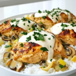 Für dieses leckere Gericht benötigst du folgende Zutaten: - 4 Hähnchenbrustfilets ohne Knochen und Haut - 2 Tassen geschnittene Pilze (Cremini oder Champignons) - 1 mittelgroße Zwiebel, gewürfelt - 3 Knoblauchzehen, fein gehackt - 1 Tasse Hühnerbrühe - 1 Tasse Schlagsahne - 2 Esslöffel Olivenöl Diese Zutaten bilden die Basis für das cremige Pilz-Hühnchen. Das Hähnchen gibt dir Protein. Die Pilze bringen einen tollen Geschmack. Zwiebeln und Knoblauch sorgen für ein aromatisches Aroma. Um den Geschmack zu verbessern, füge diese Gewürze hinzu: - 1 Teelöffel getrockener Thymian - 1 Teelöffel getrockener Rosmarin - Salz und Pfeffer nach Geschmack Thymian und Rosmarin sind klassische Kräuter, die gut mit Hähnchen passen. Sie bringen Frische und Tiefe in das Gericht. Vergiss nicht, Salz und Pfeffer nach deinem Geschmack zu ergänzen. Hier sind einige tolle Ideen, um dein Gericht zu vervollständigen: - Reis - Pürierte Kartoffeln - Gedämpftes Gemüse Reis oder pürierte Kartoffeln sind perfekt, um die cremige Sauce aufzusaugen. Gedämpftes Gemüse fügt Farbe und Nährstoffe hinzu. So wird dein Abendessen sowohl lecker als auch gesund. Bereite zuerst alle Zutaten vor. Das macht es einfacher. Du brauchst: - 4 Hähnchenbrustfilets ohne Knochen und Haut - 2 Tassen geschnittene Pilze (Cremini oder Champignons) - 1 mittelgroße Zwiebel, gewürfelt - 3 Knoblauchzehen, fein gehackt - 1 Tasse Hühnerbrühe - 1 Tasse Schlagsahne - 2 Esslöffel Olivenöl - 1 Teelöffel getrockener Thymian - 1 Teelöffel getrockener Rosmarin - Salz und Pfeffer nach Geschmack - Frische Petersilie, gehackt zum Garnieren Sorge dafür, dass alles bereit ist, bevor du anfängst. Erhitze das Olivenöl in einer großen Pfanne bei mittlerer Hitze. Wenn das Öl heiß ist, lege die Hähnchenbrustfilets in die Pfanne. Brate sie 2-3 Minuten auf jeder Seite, bis sie goldbraun sind. Nimm die Hähnchenbrustfilets aus der Pfanne und lege sie beiseite. Nutze die gleiche Pfanne, um die gewürfelte Zwiebel anzusautieren. Koche sie 3-4 Minuten, bis sie durchsichtig ist. Füge dann den gehackten Knoblauch und die geschnittenen Pilze hinzu. Koche alles weiter, bis die Pilze zart sind (ca. 5 Minuten). Gib die Mischung aus Zwiebeln und Pilzen in den Slow Cooker. Füge die Hühnerbrühe, Thymian, Rosmarin, Salz und Pfeffer hinzu. Rühre alles gut durch. Platziere die gebratenen Hähnchenbrustfilets in der Brühe- und Pilzmischung. Decke den Slow Cooker ab. Lass das Gericht 4-6 Stunden auf niedriger Stufe oder 2-3 Stunden auf hoher Stufe garen, bis das Hühnchen zart ist. Etwa 30 Minuten vor dem Servieren rühre die Schlagsahne ein. Lass sie gut durchziehen. Passe die Gewürze nach Belieben an. Wenn das Gericht fertig ist, nimm die Hähnchenbrustfilets heraus. Zerkleinere sie nach Belieben und rühre alles gut durch, bis sich die Zutaten verbinden. Serviere das cremige Pilz-Hühnchen auf einem Bett aus Reis oder pürierten Kartoffeln. Garniere das Gericht mit frischer Petersilie für einen schönen Farbkontrast. Um das Hühnchen zart zu halten, brate es kurz an. Dies hilft, die Säfte einzuschließen. Verwende frisches Hühnchen, um die beste Textur zu erzielen. Ein Trick ist, das Hühnchen nicht zu lange zu garen. Das kann es trocken machen. Achte darauf, die Garzeit im Slow Cooker genau zu befolgen. Die Garzeit hängt von der Einstellung ab. Bei niedriger Hitze sollte das Hühnchen 4 bis 6 Stunden garen. Bei hoher Hitze sind 2 bis 3 Stunden ideal. Überprüfe das Hühnchen mit einem Thermometer. Es sollte eine Innentemperatur von 75 Grad Celsius haben. So stellst du sicher, dass es gut durchgegart ist und trotzdem saftig bleibt. Die Sauce ist der Schlüssel zu diesem Gericht. Du kannst sie nach deinem Geschmack anpassen. Füge mehr Gewürze hinzu, wie Paprika oder Oregano. Ein Spritzer Zitronensaft gibt der Sauce Frische. Möchtest du es würziger? Dann gib etwas Cayennepfeffer dazu. Die Chancen sind endlos, also experimentiere mit verschiedenen Zutaten! {{image_4}} Wenn du eine vegetarische Option suchst, probiere Tofu oder Seitan. Diese ersetzen das Hühnchen gut. Schneide sie in Stücke und brate sie kurz an. Tofu bringt eine gute Textur und nimmt die Aromen der Sauce auf. Du kannst auch Kichererbsen verwenden, um das Gericht proteinreich zu machen. Pilze sind der Star in diesem Rezept. Du kannst verschiedene Sorten ausprobieren. Shiitake-Pilze geben einen intensiven Geschmack. Austernpilze sind zart und haben eine süße Note. Kombiniere verschiedene Pilze für mehr Geschmack. Das macht das Gericht noch spannender und schmackhafter. Um mehr Nährstoffe hinzuzufügen, kannst du Gemüse hinzufügen. Karotten oder Zucchini passen gut dazu. Schneide sie in kleine Stücke und füge sie beim Kochen hinzu. Dadurch wird das Gericht bunter und gesünder. Außerdem sorgt es für mehr Textur und Abwechslung. Wenn du Reste von deinem cremigen Pilz-Hühnchen hast, lass sie zuerst abkühlen. Fülle sie dann in einen luftdichten Behälter. Achte darauf, dass die Reste gut verschlossen sind, um den Geschmack zu erhalten. Du kannst sie im Kühlschrank aufbewahren. Um die Reste aufzuwärmen, nimm eine Pfanne oder die Mikrowelle. In der Pfanne erhitzt du das Gericht bei mittlerer Hitze. Rühre es oft um, damit es gleichmäßig warm wird. In der Mikrowelle brauchst du eine mikrowellengeeignete Schüssel. Erhitze die Portionen in kurzen Intervallen. Überprüfe immer die Temperatur, um sicherzustellen, dass alles heiß ist. Im Kühlschrank sind die Reste etwa drei bis fünf Tage haltbar. Wenn du die Reste länger aufbewahren möchtest, kannst du sie einfrieren. Im Gefrierschrank halten sie bis zu drei Monate. Stelle sicher, dass du die Reste gut verpackst, um Gefrierbrand zu vermeiden. Wenn du bereit bist, sie zu genießen, taue sie im Kühlschrank auf und wärme sie wie oben beschrieben auf. Die Zubereitung dauert insgesamt etwa 6 Stunden. Du kannst das Hühnchen auf niedriger Stufe für 4-6 Stunden garen. Wenn du es eilig hast, koche es auf hoher Stufe für 2-3 Stunden. Achte darauf, dass das Hühnchen gut durchgegart ist. Die Zeit kann je nach Größe der Brustfilets variieren. Ja, du kannst frische Pilze verwenden. Frische Pilze geben dem Gericht einen tollen Geschmack. Du musst sie jedoch gut reinigen und schneiden. Das Garen kann ein wenig länger dauern, also achte darauf, dass sie zart sind. Cremini oder Champignons sind ideal, aber auch andere Sorten sind möglich. Absolut! Dieses Rezept ist perfekt für Meal Prep. Du kannst die Portionen nach dem Kochen aufteilen. Lagere sie in luftdichten Behältern im Kühlschrank. So bleibt das Gericht frisch und lecker für mehrere Tage. Es lässt sich auch gut einfrieren. Achte darauf, es gut aufzuwärmen, bevor du es servierst. Das Rezept für cremiges Pilz-Hühnchen ist einfach und lecker. Wir haben die Hauptzutaten, Gewürze und passende Beilagen behandelt. Die Schritt-für-Schritt-Anleitung sorgt für Erfolg beim Kochen. Tipps halten das Hühnchen zart und die Sauce aromatisch. Variationen bieten Möglichkeiten für Vegetarier und saisonales Gemüse. Reste lassen sich gut aufbewahren und aufwärmen. Viel Spaß beim Kochen und Genießen!