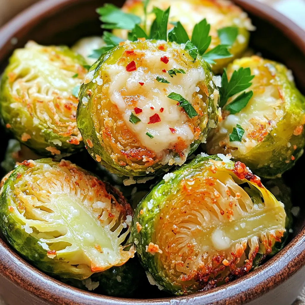 - 450 g Rosenkohl, vorbereitet und halbiert - 3 Esslöffel Olivenöl - 4 Knoblauchzehen, fein gehackt - 120 g geriebener Parmesan - 1 Teelöffel Knoblauchpulver - 1/2 Teelöffel rote Pepperflocken (optional) - Frische Petersilie, gehackt (zur Dekoration) - Salz und Pfeffer nach Geschmack Ich liebe es, frische Zutaten für meine Rezepte auszuwählen. Der Rosenkohl ist das Herzstück dieses Gerichts. Achte darauf, dass du frische, knackige Röschen wählst. Sie sollten schön grün und fest sein. Das Olivenöl bringt den Geschmack und hilft, die Röschen knusprig zu machen. Frischer Knoblauch gibt ein tolles Aroma. Ich hacke den Knoblauch immer fein, damit er gleichmäßig verteilt ist. Der Parmesan ist das Geheimnis für den perfekten Geschmack. Ich verwende geriebenen Parmesan, weil er schnell schmilzt und gut haftet. Das Knoblauchpulver verleiht dem Gericht eine extra Knoblauchnote. Wenn du magst, füge die roten Pepperflocken hinzu. Sie geben einen kleinen Kick. Für die Dekoration nehme ich frische Petersilie. Sie sieht nicht nur schön aus, sondern bringt auch frische Aromen. Vergiss nicht, Salz und Pfeffer nach deinem Geschmack hinzuzufügen. Sie bringen alle Aromen zusammen. Zuerst bereite ich den Rosenkohl vor. Ich wasche ihn gut und schneide die Enden ab. Dann halbiere ich jeden Röschen. Halbe Stücke garen gleichmäßiger und werden knuspriger. Danach hacke ich den Knoblauch fein. Frischer Knoblauch gibt einen starken, tollen Geschmack. In einer großen Schüssel gebe ich die halbierten Rosenkohl. Dann füge ich 3 Esslöffel Olivenöl hinzu. Olivenöl hilft, dass die Röschen knusprig werden. Jetzt kommen die Gewürze: Ich gebe den gehackten Knoblauch, 1 Teelöffel Knoblauchpulver, und eine Prise Salz und Pfeffer dazu. Wenn ich es mag, füge ich auch 1/2 Teelöffel rote Pepperflocken hinzu. Dann vermenge ich alles gut. Ich achte darauf, dass der Rosenkohl gleichmäßig mit der Mischung bedeckt ist. Jetzt ist es Zeit, die Luftfritteuse vorzuheizen. Ich stelle sie auf 190°C (375°F) ein. Nachdem sie heiß ist, lege ich die Rosenkohlhälften in den Korb. Ich achte darauf, dass sie in einer einzelnen Schicht liegen. So garen sie gleichmäßig. Die Garzeit beträgt etwa 12-15 Minuten. In der Mitte der Garzeit schüttle ich den Korb. Das sorgt dafür, dass die Röschen von allen Seiten schön goldbraun werden. Die perfekte Garzeit für diese Rosenkohl liegt bei 12-15 Minuten. In dieser Zeit werden sie goldbraun und knusprig. Es ist wichtig, den Korb in der Mitte der Garzeit zu schütteln. So rösten die Röschen gleichmäßig. Wenn du das nicht machst, können einige Röschen weich werden. Wähle frische Rosenkohl für den besten Geschmack. Frische Röschen haben eine lebendige grüne Farbe. Achte darauf, dass sie fest und dicht sind. Gefrorene Rosenkohl sind oft weniger knackig. Wenn du gefrorene verwendest, lass sie vorher auftauen. Kleinere Röschen garen schneller. Größere brauchen mehr Zeit und Wärme. Um ein Ankleben zu vermeiden, verwende immer etwas Olivenöl. Es hilft, die Röschen schön zu beschichten. Vergiss nicht, die Rosenkohl während des Garens oft zu schütteln. So bleiben sie nicht am Korb hängen. Wenn du diese Tipps befolgst, wird dein Gericht perfekt gelingen. {{image_4}} Um den Geschmack zu variieren, können Sie den Parmesan ersetzen. Nutzen Sie Feta oder Ziegenkäse für einen neuen Twist. Fügen Sie auch etwas Zitronenschale hinzu. Die Zitrusnote bringt Frische und hebt den Geschmack. Diese kleinen Änderungen machen viel aus und bringen Abwechslung auf den Tisch. Für mehr Textur und Geschmack können Sie geröstete Nüsse oder Kerne hinzufügen. Mandeln oder Pinienkerne passen besonders gut. Sie geben auch einen schönen Crunch. Sie können die Rosenkohl auch mit anderen Gemüsearten kombinieren. Karotten oder Paprika sind tolle Optionen. Das sorgt für mehr Farben und Nährstoffe in Ihrem Gericht. Achten Sie darauf, glutenfreie Zutaten zu verwenden. Die meisten Gewürze und Öle sind von Natur aus glutenfrei. Prüfen Sie jedoch die Verpackungen, um sicher zu sein. So bleibt Ihr Gericht für alle essbar und lecker. Um die Reste deiner Air Fryer Knoblauch Parmesan Rosenkohl richtig aufzubewahren, lege sie in einen luftdichten Behälter. Stelle sicher, dass der Behälter gut verschlossen ist. So bleiben die Aromen frisch. Im Kühlschrank bleiben die Reste für etwa 3 bis 4 Tage genießbar. Wenn du die Reste länger aufbewahren möchtest, solltest du sie einfrieren. Um die Rosenkohl wieder aufzuwärmen, ist die Luftfritteuse die beste Wahl. Heize die Luftfritteuse auf 160°C (320°F) vor. Lege die Röschen in den Korb und erwärme sie für etwa 5 bis 7 Minuten. So werden sie knusprig und weich zugleich. Vermeide die Mikrowelle, da sie die Rosenkohl matschig machen kann. Du kannst die vorbereiteten oder ungekochten Rosenkohl einfrieren. Wenn du sie einfrierst, lege sie in einen gefriersicheren Beutel. Drücke so viel Luft wie möglich heraus, um Gefrierbrand zu vermeiden. Für die beste Qualität taue die gefrorenen Röschen im Kühlschrank auf, bevor du sie erneut in der Luftfritteuse zubereitest. So bleiben Geschmack und Textur erhalten. Die Zubereitung dauert etwa 10 Minuten. Die Kochzeit in der Luftfritteuse beträgt 12-15 Minuten. Ingesamt sind das etwa 20 Minuten. Das ist schnell und einfach. So können Sie schnell eine leckere Beilage zubereiten. Ja, Sie können viele andere Gemüsesorten verwenden. Brokkoli, Karotten und Blumenkohl sind großartige Optionen. Kürbis und Zucchini passen auch gut. Diese Gemüse bieten neue Geschmäcker und Texturen. Experimentieren Sie mit verschiedenen Kombinationen für mehr Vielfalt. Um die Rosenkohl knuspriger zu machen, nutzen Sie diese Tipps: - Verwenden Sie genug Olivenöl, um die Röschen zu bedecken. - Schütteln Sie den Korb während des Garens. - Achten Sie darauf, dass die Röschen in einer einzigen Schicht liegen. - Erhöhen Sie die Temperatur auf 200°C (400°F) für die letzten Minuten. Diese Schritte helfen, ein perfektes knuspriges Ergebnis zu erzielen. In diesem Artikel haben wir eine einfache Anleitung für die Zubereitung von knusprigem Rosenkohl in der Luftfritteuse erstellt. Wir haben die Zutaten und Gewürze besprochen, die Schritte zur Zubereitung erklärt und Tipps gegeben, um den perfekten Rosenkohl zu erzielen. Denken Sie daran, frischen Rosenkohl zu wählen und ihn richtig zu garen. Variieren Sie die Rezepte nach Ihrem Geschmack und genießen Sie gesunde, schnelle Beilagen. Mit diesen Informationen bereiten Sie im Handumdrehen ein schmackhaftes Gericht zu. Viel Spaß beim Kochen!