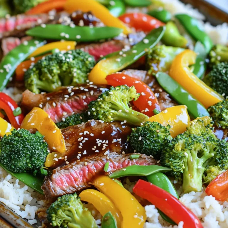 Für das Teriyaki Steak Stir-Fry benötigst du: - 450 g Flankensteak, dünn geschnitten - 2 Tassen Brokkoliröschen - 1 rote Paprika, in Streifen geschnitten - 1 gelbe Paprika, in Streifen geschnitten - 1 Tasse Zuckerschoten Diese Zutaten sind wichtig. Das Steak gibt dir einen tollen Geschmack. Das Gemüse bringt Frische und Farbe. Du kannst verschiedene Gemüsearten verwenden. Hier sind einige Ideen: - Karotten, in dünne Scheiben geschnitten - Champignons, in Scheiben geschnitten - Grüne Bohnen, geputzt und halbiert Diese Variationen machen dein Gericht noch interessanter. Sei kreativ mit dem, was du magst oder was du zu Hause hast. Die Marinade ist der Schlüssel zu diesem Gericht. Du brauchst: - 60 ml natriumarme Sojasauce - 2 Esslöffel Honig - 1 Esslöffel Sesamöl - 1 Esslöffel Reisessig - 3 Knoblauchzehen, gehackt - 2,5 cm frischer Ingwer, gerieben - 1 Esslöffel Maisstärke - Salz und Pfeffer nach Geschmack Diese Zutaten geben dem Steak seinen besonderen Geschmack. Du wirst die Kombination lieben. Das Marinieren macht das Fleisch zart und aromatisch. Heizen Sie Ihren Ofen auf 220°C (425°F) vor. Das Backblech mit Backpapier auslegen. Dies macht die Reinigung leichter. Der Ofen muss gut vorgeheizt sein. So garen das Steak und das Gemüse gleichmäßig. Nehmen Sie eine große Schüssel. Mischen Sie Sojasauce, Honig, Sesamöl und Reisessig. Fügen Sie den gehackten Knoblauch, den geriebenen Ingwer, Salz und Pfeffer hinzu. Vermengen Sie alles gut. Geben Sie das dünn geschnittene Steak in die Marinade. Rühren Sie, bis das Steak gut bedeckt ist. Lassen Sie das Steak etwa 20 Minuten marinieren. So wird es zart und voller Geschmack. Während das Steak mariniert, bereiten Sie das Gemüse vor. Schneiden Sie Brokkoli, rote und gelbe Paprika sowie Zuckerschoten klein. Geben Sie das Gemüse in eine separate Schüssel. Beträufeln Sie es mit Olivenöl. Würzen Sie mit Salz und Pfeffer und mischen Sie alles gut. So haben Sie frisches, knackiges Gemüse für Ihr Gericht. Die Marinierzeit ist wichtig für den Geschmack. Ich empfehle, das Steak mindestens 20 Minuten zu marinieren. Dies gibt der Marinade Zeit, in das Fleisch einzudringen. Du kannst das Steak auch länger marinieren, bis zu zwei Stunden, wenn du mehr Geschmack willst. Achte darauf, das Steak im Kühlschrank zu lassen, während es mariniert. Heize deinen Ofen auf 220°C vor. Diese hohe Temperatur sorgt für ein schnelles Garen. Backe das Steak und das Gemüse für 15 bis 20 Minuten. Das Steak sollte zart sein, und das Gemüse muss knackig bleiben. Überprüfe das Steak nach 15 Minuten. Jeder Ofen ist anders, also passe die Zeit nach Bedarf an. Ich empfehle, frisches Gemüse zu verwenden, wenn möglich. Frisches Gemüse hat mehr Geschmack und eine bessere Textur. Wenn du jedoch gefrorenes Gemüse verwendest, ist das auch in Ordnung. Achte darauf, es vorher leicht aufzutauen. Du musst die Backzeit eventuell anpassen, da gefrorenes Gemüse mehr Wasser abgibt. {{image_4}} Möchten Sie etwas Schärfe? Fügen Sie frische Chilis hinzu. Sie können rote oder grüne Chilis verwenden. Schneiden Sie sie in feine Ringe. Mischen Sie sie in die Marinade oder streuen Sie sie über das Gemüse. So erhöhen Sie den Geschmack und die Würze des Gerichts. Die Chilis bringen eine angenehme Wärme, die perfekt zu Teriyaki passt. Wenn Sie eine vegetarische Option suchen, tauschen Sie das Steak gegen Tofu aus. Nehmen Sie festen Tofu und schneiden Sie ihn in Würfel. Marinieren Sie den Tofu wie das Steak. Der Tofu nimmt die Aromen gut auf. Backen Sie ihn auf dem Blech wie das Steak. So erhalten Sie eine leckere, pflanzliche Mahlzeit, die ebenso sättigend ist. Für eine glutenfreie Variante verwenden Sie glutenfreie Sojasauce. Diese ist in vielen Geschäften erhältlich. Damit bleibt das Gericht köstlich und sicher für alle. Achten Sie darauf, dass auch andere Zutaten glutenfrei sind. Zum Beispiel kann man auch glutenfreie Stärke nutzen, wenn nötig. So genießen Sie Teriyaki Steak Stir-Fry ohne Bedenken. Es ist wichtig, die Reste richtig zu lagern. Lagere das Teriyaki Steak Stir-Fry in einem luftdichten Behälter. Du kannst es im Kühlschrank aufbewahren. So bleiben die Aromen frisch. Die Reste halten sich etwa drei bis vier Tage. Wenn du mehr Reste hast, kannst du sie einfrieren. Packe das Steak und Gemüse in einen gefrierfesten Behälter oder einen Gefrierbeutel. Achte darauf, die Luft herauszudrücken. So verhinderst du Gefrierbrand. Du kannst das Gericht bis zu drei Monate im Gefrierfach aufbewahren. Für das Aufwärmen gibt es einige gute Methoden. Du kannst die Reste in der Mikrowelle aufwärmen. Stelle die Mikrowelle auf mittlere Leistung und erwärme es in kurzen Intervallen. Alternativ kannst du eine Pfanne verwenden. Erhitze etwas Öl, füge die Reste hinzu und wärme sie sanft auf. So bleibt das Gemüse knackig. Das Steak kann bis zu 30 Minuten marinieren. Ich empfehle aber, es mindestens 20 Minuten einzuweichen. So zieht der Geschmack besser ein. Wenn du es länger marinierst, kann das Steak jedoch zäh werden. Halte dich also an die Zeit für das beste Ergebnis. Ja, du kannst das Rezept im Voraus zubereiten. Marinier das Steak und schneide das Gemüse schon vorher. Bewahre alles getrennt im Kühlschrank auf. So sparst du Zeit beim Kochen. Du kannst das Gericht auch am Vortag komplett zubereiten und einfach aufwärmen. Zu Teriyaki Steak Stir-Fry passen viele Beilagen. Gekochter Jasminreis ist eine klassische Wahl. Quinoa ist auch eine gute Option. Du kannst auch gedämpftes Gemüse oder einen frischen Salat servieren. Diese Beilagen ergänzen den Geschmack des Steaks perfekt. Du hast nun alle Zutaten und Schritte, um ein leckeres Teriyaki Steak Stir-Fry zuzubereiten. Denke an die Marinade und die richtigen Temperaturen. Variiere mit Gemüse oder mache es schärfer, wenn du magst. Lagere die Reste richtig, damit sie frisch bleiben. Dieses Gericht ist einfach und macht viel Spaß. Experimentiere und finde deinen eigenen Favoriten. Viel Spaß beim Kochen!