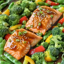 Für den perfekten Lachs brauchst du: - 4 Lachsfilets (ca. 170 g jedes) - 60 ml Honig - 45 ml Sojasauce (bevorzugt natriumarme) - 2 Knoblauchzehen, fein gehackt - 1 Esslöffel frischer Ingwer, gerieben - 15 ml Reisessig - 15 ml Sesamöl - 1 Teelöffel Maisstärke Diese Zutaten geben dem Lachs einen süßen und herzhaften Geschmack. Für das Gemüse und den Geschmack benötigst du: - 250 g Brokkoli-Röschen - 1 Tasse Paprikastreifen (eine bunte Mischung aus rot, gelb und grün) - 1 Tasse Zuckerschoten Das Gemüse sorgt für Farbe und Crunch. Es ergänzt den Lachs perfekt. Für die Gewürze und Garnierungen kannst du verwenden: - Salz und Pfeffer nach Geschmack - Sesamsamen - Gehackte Frühlingszwiebeln Diese Zutaten geben deinem Gericht eine schöne Textur und einen frischen Geschmack. Heize deinen Ofen auf 200°C vor. Das sorgt für eine gleichmäßige Hitze. Lege ein großes Backblech mit Backpapier oder Aluminiumfolie aus. Das macht die Reinigung einfacher. In einer kleinen Schüssel vermenge den Honig, die Sojasauce, den gehackten Knoblauch und den geriebenen Ingwer. Füge den Reisessig, das Sesamöl und die Maisstärke hinzu. Rühre alles gut um, bis die Mischung glatt ist. Diese Sauce verleiht dem Lachs einen tollen Geschmack. Lege die Lachsfilets in die Mitte des Backblechs. Würze sie mit Salz und Pfeffer. Verteile die Brokkoli-Röschen, die Paprikastreifen und die Zuckerschoten um den Lachs. Übergieße alles mit der Honig-Knoblauch-Sauce. Achte darauf, dass alles gut beschichtet ist. Backe das Gericht für 15-20 Minuten im Ofen. Der Lachs sollte zart und durchgegart sein, während das Gemüse knackig bleibt. Nimm das Blech heraus und lasse es kurz ruhen. Vor dem Servieren mit Sesamsamen und gehackten Frühlingszwiebeln garnieren. Die Garzeit für Lachs liegt zwischen 15 und 20 Minuten. Der Lachs sollte innen schön rosa sein. Um sicher zu gehen, benutze eine Gabel. Wenn sich der Lachs leicht zerteilen lässt, ist er perfekt. Überprüfe auch das Gemüse. Es sollte zart und knackig sein. So bleibt die Textur frisch. - Gemüse gleichmäßig schneiden: Achte darauf, dass das Gemüse gleichmäßig geschnitten ist. So garen alle Stücke zur gleichen Zeit. - Ofen gut vorheizen: Heize den Ofen immer gut vor. So wird der Lachs gleichmäßig gar. - Würzen nicht vergessen: Salze und pfeffere die Lachsfilets großzügig. Das hebt den Geschmack hervor. - Sauce anpassen: Du kannst die Honig-Knoblauch-Sauce nach deinem Geschmack anpassen. Mehr Honig macht sie süßer, mehr Sojasauce bringt einen salzigen Geschmack. Serviere die Lachsgerichte direkt auf dem Backblech. Das sieht rustikal und einladend aus. Alternativ kannst du die Portionen auf Tellern anrichten. Garniere mit Sesamsamen und gehackten Frühlingszwiebeln. Diese geben dem Gericht einen knackigen Biss. Du kannst auch frische Kräuter hinzufügen. So wird das Gericht noch bunter und schöner. {{image_4}} Du kannst viele verschiedene Gemüsesorten verwenden. Brokkoli, Paprika und Zuckerschoten sind toll. Probiere auch Karotten oder grüne Bohnen. Diese geben Farbe und Geschmack. Jede Sorte bringt ihren eigenen Reiz in das Gericht. Achte darauf, dass das Gemüse gleichmäßig geschnitten ist. So garen sie gleichmäßig und sehen gut aus. Die Honig-Knoblauch-Glasur ist einfach, aber variabel. Du kannst die Sojasauce mit Teriyaki-Sauce ersetzen. Das gibt einen süßeren Geschmack. Füge etwas Chili hinzu, wenn du es scharf magst. Auch Limettensaft kann Frische bringen. Experimentiere mit verschiedenen Kräutern wie Koriander oder Basilikum. Jede Abwandlung macht das Gericht einzigartig. Wenn du glutenfrei isst, wähle glutenfreie Sojasauce. Für vegane Optionen kannst du Tofu anstelle von Lachs verwenden. Die Glasur funktioniert auch gut mit Gemüse. Achte darauf, die Garzeit anzupassen. Du kannst auch weniger Honig nehmen, wenn du Zucker reduzieren möchtest. So bleibt das Gericht lecker und gesund. Um die Reste deines Blätter-Pfanne Honig Knoblauch Glasiertes Lachsfilet frisch zu halten, lege sie in einen luftdichten Behälter. Du kannst das Lachsgericht auch auf einem Teller abdecken. Achte darauf, dass die Reste innerhalb von zwei Stunden nach dem Kochen in den Kühlschrank kommen. So bleiben Geschmack und Textur am besten erhalten. Beim Erwärmen des Lachsgerichts ist Geduld wichtig. Heize den Ofen auf 160°C vor. Lege den Lachs und das Gemüse auf ein Backblech. Decke alles mit Aluminiumfolie ab, um das Austrocknen zu verhindern. Erwärme das Gericht für etwa 10 bis 15 Minuten. So bleibt der Lachs saftig und das Gemüse knackig. Die Haltbarkeit hängt von der Zutat ab. Lachs sollte im Kühlschrank nicht länger als zwei Tage aufbewahrt werden. Das Gemüse bleibt bis zu drei Tage frisch. Um die besten Ergebnisse zu erzielen, genieße dein Gericht so schnell wie möglich. Wenn du Reste hast, friere sie ein. Das hält sie bis zu drei Monate frisch. Der Lachs muss 15 bis 20 Minuten im Ofen bleiben. Die genaue Zeit hängt von der Dicke der Filets ab. Der Lachs ist fertig, wenn er leicht mit einer Gabel zerfällt. Achte darauf, dass das Gemüse zart, aber knusprig bleibt. Diese perfekte Kombination sorgt für einen tollen Genuss. Ja, du kannst die Sauce im Voraus zubereiten. Mische einfach Honig, Sojasauce, Knoblauch, Ingwer, Reisessig, Sesamöl und Maisstärke. Bewahre die Mischung in einem luftdichten Behälter im Kühlschrank auf. So sparst du Zeit, wenn du das Gericht zubereitest. Vor der Verwendung einfach gut umrühren. Gesunde Beilagen sind eine gute Idee. Probiere Quinoa oder braunen Reis. Auch ein frischer Salat passt gut dazu. Diese Optionen ergänzen den Lachs und das Gemüse. Sie sind nahrhaft und machen dein Essen noch bunter. Du musst kein Meisterkoch sein, um leckeren Lachs zu zaubern. In diesem Beitrag hast du erfahren, welche Zutaten du brauchst und wie du sie perfekt kombinierst. Ich habe dir einfache Schritt-für-Schritt-Anleitungen gegeben, um den Lachs und das Gemüse richtig zuzubereiten. Du hast auch Tipps erhalten, wie du das Gericht perfekt anrichtest und variieren kannst. Denk daran, Reste gut aufzubewahren, damit du später nochmals genießen kannst. Mit diesen Ideen wird jeder Lachs zum Genuss!
