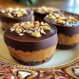 Für die No-Bake Chocolate Almond Butter Cups brauchst du folgende Zutaten: - 1 Tasse Mandelbutter - 1/2 Tasse Kokosöl, geschmolzen - 1/4 Tasse Kakaopulver - 1/4 Tasse Ahornsirup oder Honig - 1 Teelöffel reiner Vanilleextrakt - 1/4 Teelöffel Meersalz - 1/2 Tasse Zartbitter-Schokoladenstückchen Jede Zutat hat ihre eigene Rolle. Die Mandelbutter sorgt für die cremige Basis. Das Kokosöl macht die Cups weich. Kakaopulver gibt den Schokoladengeschmack. Ahornsirup oder Honig süßen die Mischung. Vanilleextrakt bringt ein feines Aroma. Meersalz hebt den Geschmack hervor. Zartbitter-Schokoladenstückchen geben den letzten Schliff. Gehackte Mandeln sind ein tolles Topping. Sie geben den Cups Knusprigkeit. Streue sie einfach auf die geschmolzene Schokolade. Du kannst auch andere Nüsse verwenden, wenn du magst. Wenn du Allergien hast, gibt es Alternativen. Verwende Erdnussbutter anstelle von Mandelbutter. Du kannst auch Sonnenblumenbutter nehmen. Diese Optionen sind lecker und sicher. Achte darauf, dass die anderen Zutaten auch allergiefrei sind. So kannst du diese Leckerei ohne Sorgen genießen. Zuerst brauchst du eine große Rührschüssel. Gib 1 Tasse Mandelbutter hinein. Füge 1/2 Tasse geschmolzenes Kokosöl und 1/4 Tasse Kakaopulver hinzu. Dann kommen 1/4 Tasse Ahornsirup oder Honig, 1 Teelöffel Vanilleextrakt und 1/4 Teelöffel Meersalz dazu. Rühre alles gut um, bis die Mischung glatt ist. Das ist die Basis deiner Cups. Nimm ein Muffinblech und lege es mit Papierförmchen aus. Du kannst Standard- oder Mini-Größen wählen. Ich liebe die Mini-Versionen, sie sind perfekt zum Naschen. Achte darauf, dass die Förmchen gut sitzen, damit die Mischung nicht ausläuft. Nimm einen Esslöffel und fülle jedes Förmchen mit etwa 2 Esslöffeln der Mandelbuttermischung. Drücke die Mischung leicht mit dem Rücken des Löffels an. Das sorgt dafür, dass sie gut zusammenhält. Stelle das Muffinblech für 15-20 Minuten in das Gefrierfach. In dieser Zeit wird die Mandelbutterschicht fest. Jetzt schmelze 1/2 Tasse Zartbitter-Schokoladenstückchen in der Mikrowelle. Mach das in 30-Sekunden-Intervallen und rühre zwischendurch gut um. Wenn die Schokolade glatt ist, nimm das Muffinblech aus dem Gefrierfach. Gieße die geschmolzene Schokolade über die Mandelbutterschicht. Fülle die Förmchen bis obenhin. Wenn du möchtest, streue ein paar gehackte Mandeln oben drauf. Das gibt einen tollen Crunch. Stelle das Muffinblech zurück ins Gefrierfach und lasse die Cups für weitere 30 Minuten ruhen. Wenn die Schokolade fest ist, kannst du die Cups aus dem Gefrierfach nehmen und die Papierförmchen vorsichtig abziehen. Jetzt sind deine No-Bake Chocolate Almond Butter Cups bereit zum Genießen! Um Schokolade perfekt zu schmelzen, benutze die Mikrowelle. Sie ist einfach und schnell. Erhitze die Schokolade in einer mikrowellenfesten Schüssel. Mach das in 30-Sekunden-Intervallen. Rühre nach jeder Runde gut um. So bleibt die Schokolade gleichmäßig warm. Achte darauf, dass kein Wasser in die Schokolade kommt. Wasser kann die Schokolade klumpig machen. Die Konsistenz der Mandelbutter ist wichtig. Verwende frisch gerührte Mandelbutter für die beste Textur. Wenn sie zu dick ist, füge ein wenig geschmolzenes Kokosöl hinzu. So wird sie cremiger und lässt sich besser verteilen. Du kannst auch die Mandelbutter leicht erwärmen, um sie weicher zu machen. Achte darauf, sie nicht zu überhitzen. Die Präsentation macht viel aus. Stelle die Cups auf einen schönen Teller oder einen Tortenständer. Du kannst sie mit etwas geschmolzener Schokolade verzieren. Das sieht toll aus und schmeckt besser. Streue auch gehackte Mandeln darauf. Das gibt eine schöne Textur. Denk daran, die Cups vor dem Servieren gut zu kühlen. So bleiben sie frisch und fest. {{image_4}} Ich liebe es, mit verschiedenen Geschmäckern zu experimentieren. Eine tolle Idee ist, Karamell oder Erdnussbutter hinzuzufügen. Diese Zutaten bringen eine süße Note in die Cups. Um Karamell zu verwenden, füge einfach ein bisschen in die Mandelbuttermischung. Für Erdnussbutter nimm die gleiche Menge wie die Mandelbutter. Mische sie gut, um eine cremige Textur zu erhalten. Das gibt deinen Cups eine neue, leckere Dimension. Möchtest du deinen Cups etwas mehr Pepp geben? Denk an Kokosraspeln oder sogar Chilipulver. Kokosraspeln verleihen einen tropischen Geschmack. Streue sie einfach in die Mandelbuttermischung oder oben auf die Schokolade. Wenn du Chilipulver hinzufügen möchtest, sei vorsichtig. Eine Prise reicht aus, um eine angenehme Schärfe zu bringen. So bekommst du einen spannenden Twist, der überrascht und begeistert. Für eine vegane Option kannst du Honig durch Agavensirup ersetzen. Dieser Sirup hat einen ähnlichen Geschmack und eine süße Note. Auch der Ahornsirup ist eine großartige Wahl. Du kannst ihn im gleichen Verhältnis wie Honig verwenden. So bleiben die Cups vegan und gesund. Probiere es aus und entdecke die Vielfalt der Möglichkeiten! Die Lagerung dieser No-Bake Chocolate Almond Butter Cups ist einfach. Du solltest sie kühl und dunkel aufbewahren. Der beste Ort ist dein Kühlschrank. So bleibt die Schokolade fest und die Cups frisch. Achte darauf, sie in einem luftdichten Behälter zu lagern. So vermeidest du, dass sie Gerüche aufnehmen oder austrocknen. Du kannst die Cups auch im Gefrierfach aufbewahren. Das ist ideal, wenn du sie länger lagern willst. Im Gefrierfach bleiben sie bis zu drei Monate gut. Wenn du sie im Kühlschrank aufbewahrst, sollten sie innerhalb von zwei Wochen gegessen werden. Denke daran, sie vor dem Essen etwa 10 Minuten bei Raumtemperatur stehen zu lassen. So werden sie weicher und leckerer. Die Haltbarkeit hängt von der Lagerung ab. Wenn die Cups im Kühlschrank sind, sind sie etwa 14 Tage genießbar. Achte auf Veränderungen im Aussehen oder Geruch. Wenn die Schokolade weißlich wird oder einen seltsamen Geruch hat, ist es Zeit, sie wegzuwerfen. Bei der Lagerung im Gefrierfach ist die Schokolade länger haltbar, behalte aber auch hier die Anzeichen im Auge. No-Bake Chocolate Almond Butter Cups halten gut, wenn du sie richtig lagerst. Im Gefrierfach bleiben sie bis zu drei Monate frisch. Im Kühlschrank sind sie etwa eine Woche genießbar. Achte darauf, sie in einem luftdichten Behälter aufzubewahren. So vermeidest du Gefrierbrand und sie bleiben lecker. Ja, du kannst diese Cups im Voraus zubereiten. Sie sind perfekt für Partys oder Snacks. Bereite sie einfach einige Stunden oder sogar einen Tag vorher vor. Lass sie im Gefrierfach fest werden. Wenn du bereit bist, nimm sie einfach heraus und genieße sie. Sie sind ein schnelles Dessert, das du ganz einfach planen kannst. Die Süße kannst du nach deinem Geschmack anpassen. Du kannst die Menge an Ahornsirup oder Honig verringern, um es weniger süß zu machen. Alternativ kannst du auch Stevia oder Erythrit verwenden. Diese sind kalorienarm und süßen gut. Experimentiere mit der Süße, bis du die perfekte Balance findest. In diesem Artikel haben wir die Zutaten, die Zubereitung und Variationen von No-Bake Chocolate Almond Butter Cups besprochen. Sie sind einfach zuzubereiten und bieten viele Möglichkeiten für jeden Geschmack. Achten Sie beim Schmelzen der Schokolade auf die richtige Technik. Lagern Sie die Cups gut, damit sie frisch bleiben. Experimentieren Sie mit verschiedenen Aromen. Diese Leckereien sind nicht nur lecker, sondern auch anpassbar. Probieren Sie sie aus und finden Sie Ihre Lieblingsversion. Genießen Sie jeden Bissen!